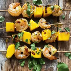 Für die Mango-Lime Garnelen-Spieße brauchst du: - 450 g große Garnelen, geschält und entdarmt - 1 reife Mango, in 2,5 cm große Würfel geschnitten - 2 Esslöffel Limettensaft - Schale von 1 Limette - 2 Esslöffel Honig - 1 Teelöffel gemahlener Kreuzkümmel - 1 Teelöffel Paprika - 2 Esslöffel Olivenöl - Salz und Pfeffer nach Geschmack - Frischer Koriander zur Garnitur - Spieße (aus Metall oder eingeweichte Holzspieße) Die Qualität deiner Zutaten macht einen großen Unterschied. Verwende frische Garnelen für den besten Geschmack. Achte darauf, dass die Mango reif ist. Sie sollte süß und saftig sein. Frischer Limettensaft bringt mehr Aroma als der aus Flaschen. Kreuzkümmel und Paprika geben den Spießen einen besonderen Kick. Verwende hochwertiges Olivenöl für eine reichhaltige Basis. Frischer Koriander sorgt für einen tollen Farbkontrast und frischen Geschmack. Falls du keine großen Garnelen findest, kannst du auch kleinere verwenden. Sie sind leichter zu finden und schmecken ebenfalls gut. Für eine vegane Option kannst du Tofu oder Gemüse verwenden. Wenn du keinen frischen Koriander magst, probiere Petersilie. Statt Honig kannst du Agavensirup verwenden, um es vegan zu halten. Beachte, dass der Geschmack sich leicht ändern kann. Für die Marinade kannst du auch andere Zitrusfrüchte wie Orange oder Zitrone nutzen. Diese geben den Spießen eine andere Note. Wenn du die Spieße im Ofen zubereiten möchtest, verwende kurze Holzspieße oder lege die Zutaten auf ein Backblech. Für die vollständige Rezeptanleitung schau dir die [Full Recipe] an. Um eine leckere Marinade zu machen, brauchst du frische Zutaten. Mische in einer großen Schüssel den Limettensaft, die Limettenschale, Honig, Kreuzkümmel und Paprika. Füge Olivenöl, Salz und Pfeffer hinzu. Rühre alles gut um. Diese Mischung bringt viel Geschmack in die Garnelen. Der Honig gibt eine süße Note, die toll mit der Limette harmoniert. Nimm die großen Garnelen und lege sie in die Marinade. Stelle sicher, dass jede Garnele gut bedeckt ist. Decke die Schüssel ab und stelle sie für mindestens 30 Minuten in den Kühlschrank. Dieser Schritt ist wichtig. So können die Garnelen die Aromen aufnehmen. Du kannst währenddessen die Vorbereitungen für das Grillen treffen. Wenn die Garnelen mariniert sind, ist es Zeit, die Spieße zu machen. Weiche die Holzspieße mindestens 15 Minuten in Wasser ein. Das verhindert, dass sie beim Grillen verbrennen. Stecke nun die marinierten Garnelen und die Mango-Würfel abwechselnd auf die Spieße. Achte darauf, dass du eine schöne Mischung hast. Jetzt wird es spannend! Heize den Grill oder eine Grillpfanne auf mittlerer bis hoher Hitze vor. Lege die Spieße auf den Grill und grille sie etwa 2-3 Minuten auf jeder Seite. Die Garnelen sollten rosa und undurchsichtig sein. Die Mango bekommt schöne Grillmarken. Nach dem Grillen nimmst du die Spieße vom Grill. Garniere sie mit frischem Koriander. Für die vollständige Anleitung und das Rezept, schaue dir das [Full Recipe] an. Beim Grillen der Mango-Lime Garnelen-Spieße gibt es ein paar Dinge zu beachten. Zuerst sollten Sie die Hitze Ihres Grills gut kontrollieren. Zu hohe Hitze kann die Garnelen verbrennen. Zu niedrige Hitze führt dazu, dass sie nicht richtig gar werden. Ein mittlerer bis hoher Hitze ist ideal. Ein weiterer Punkt ist das Einweichen der Holzspieße. Wenn Sie Holzspieße verwenden, sollten diese mindestens 15 Minuten in Wasser liegen. So verhindern Sie, dass sie während des Grillens Feuer fangen. Es gibt verschiedene Grillmethoden, die Sie nutzen können. Direktes Grillen eignet sich hervorragend für diese Spieße. Legen Sie die Spieße direkt auf den Grillrost. Wenden Sie sie nach etwa 2-3 Minuten. So bekommen die Garnelen eine schöne Grillmarkierung. Alternativ können Sie auch eine Grillpfanne verwenden. Diese bietet einen gleichmäßigen Wärmefluss und verhindert das Ankleben der Garnelen. So bleiben sie zart und saftig. Die Marinierzeit ist entscheidend für den Geschmack. Lassen Sie die Garnelen mindestens 30 Minuten in der Marinade ziehen. Wenn Sie mehr Zeit haben, können Sie sie bis zu 2 Stunden marinieren. So entfalten sich die Aromen besser. Achten Sie darauf, die Garnelen nicht zu lange zu marinieren. Über 2 Stunden können sie zu weich werden. Schauen Sie sich das [Full Recipe](#) für weitere Details an. {{image_4}} Mango-Lime Garnelen-Spieße sind lecker, aber du kannst sie noch besser machen! Füge buntes Gemüse hinzu. Paprika, Zucchini oder rote Zwiebeln passen gut. Das Gemüse bringt mehr Farbe und Knusprigkeit. Schneide das Gemüse in gleich große Stücke. So garen sie gleichmäßig mit den Garnelen. Stecke die Garnelen und das Gemüse abwechselnd auf die Spieße. So hast du ein schönes und gesundes Grillgericht. Um den Geschmack zu verändern, probiere verschiedene Gewürze aus. Anstelle von Kreuzkümmel kannst du Koriander oder Chili verwenden. Beide bringen einen neuen Kick. Magst du es scharf? Füge etwas Cayennepfeffer hinzu. Für eine süßere Note kannst du auch Zimt verwenden. Experimentiere mit den Gewürzen, um deinen perfekten Geschmack zu finden. Es macht Spaß, immer wieder neue Kombinationen auszuprobieren! Wenn du Garnelen nicht magst, gibt es gute Alternativen. Tofu oder Halloumi sind tolle Optionen. Beide nehmen die Marinade gut auf. Schneide den Tofu in Würfel und mariniere ihn gleich wie die Garnelen. Halloumi kannst du in dickere Scheiben schneiden. Grill ihn nur kurz, bis er goldbraun ist. Du kannst auch Gemüse wie Champignons oder Auberginen verwenden. Diese Alternativen sind köstlich und machen die Spieße vielfältig. Für das vollständige Rezept, schau dir die [Full Recipe] an. Wenn Sie Reste von Ihren Mango-Lime Garnelen-Spießen haben, lagern Sie sie schnell. Nutzen Sie einen luftdichten Behälter. So bleiben die Aromen frisch. Stellen Sie sicher, dass die Spieße abgekühlt sind, bevor Sie sie lagern. Im Kühlschrank halten sie sich bis zu zwei Tage. Um die Garnelen einzufrieren, entfernen Sie sie zuerst von den Spießen. Wickeln Sie jede Portion in Frischhaltefolie. Legen Sie die gefüllten Beutel in einen gefrierfesten Behälter. So bleibt die Frische bis zu drei Monate erhalten. Beschriften Sie die Beutel mit dem Datum und Inhalt. Möchten Sie die Spieße frisch halten? Nutzen Sie die Marinade! Bewahren Sie die Garnelen in der Marinade auf, bevor Sie sie einfrieren. Dies hilft, den Geschmack zu bewahren. Achten Sie darauf, die Garnelen gut zu verpacken, damit keine Luft eindringt. So bleibt der Geschmack auch nach dem Einfrieren intensiv. Für das volle Rezept, schauen Sie sich die [Full Recipe] an. Die Garnelen sollten mindestens 30 Minuten marinieren. So nehmen sie den vollen Geschmack auf. Wenn du mehr Zeit hast, lass sie bis zu 2 Stunden im Kühlschrank. Das macht die Garnelen noch zarter und schmackhafter. Ja, du kannst die Spieße auch im Ofen zubereiten. Heize den Ofen auf 200 Grad Celsius vor. Lege die Spieße auf ein Backblech und grille sie für 10 bis 12 Minuten. Wende sie einmal in der Mitte. So werden die Garnelen gleichmäßig gar und die Mango wird schön weich. Zu den Mango-Lime Garnelen-Spießen passen viele Beilagen gut. Hier sind einige Ideen: - Reis, besonders Jasmin- oder Basmatireis - Ein einfacher grüner Salat - Gegrilltes Gemüse, wie Zucchini oder Paprika - Tortillas oder Fladenbrot Diese Beilagen ergänzen den frischen Geschmack der Garnelen perfekt. Wenn du mehr Ideen möchtest, schau dir die Full Recipe an. Die Zutaten sind der Schlüssel zu köstlichen Mango-Lime Garnelen-Spießen. Wir haben hochwertige Zutaten, Mengen und Ersatzstoffe behandelt. Die Schritt-für-Schritt-Anleitung macht das Grillen einfach. Fehler zu vermeiden und die besten Grillmethoden zu nutzen, hilft enorm. Variationen erstellen mehr Geschmack, sogar vegetarische Optionen sind möglich. Reste richtig lagern und einfrieren ist wichtig. Diese Tipps und Tricks sichern euch das beste Ergebnis. Genießt das Grillen und die frischen Aromen!