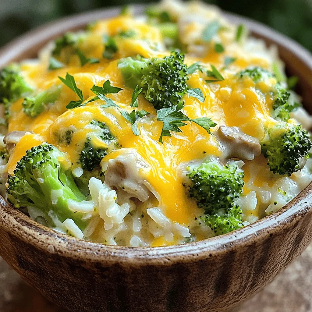 - 2 Tassen gekochter weißer oder brauner Reis - 2 Tassen frische Brokkoli-Röschen - 1 Tasse scharfer Cheddar-Käse, gerieben - 1/2 Tasse Mozzarella-Käse, gerieben - 1 Tasse Champignon-Cremesuppe - 1/2 Tasse Milch - 1/2 Tasse gewürfelte Zwiebel - 2 Zehen Knoblauch, fein gehackt - 1 Teelöffel Knoblauchpulver - 1 Teelöffel Zwiebelpulver - Salz und Pfeffer nach Geschmack - 1/2 Teelöffel Paprikapulver Wenn du diesen köstlichen Käse-Brokkoli-Reis-Auflauf machst, sind die Zutaten entscheidend für den Geschmack. Zuerst brauchst du Reis. Weißer oder brauner Reis funktioniert gut. Der Brokkoli bringt Farbe und Nährstoffe in dein Gericht. Achte darauf, frische Röschen zu verwenden, um die bestmögliche Textur zu erreichen. Käse ist der Star des Auflaufs. Scharfer Cheddar bringt einen tollen Geschmack. Mozzarella macht den Auflauf schön cremig. Die Champignon-Cremesuppe ist die geheime Zutat, die alles zusammenhält. Sie gibt Feuchtigkeit und einen reichen Geschmack. Die Zwiebel und der Knoblauch sorgen für eine aromatische Basis. Zwiebelpulver und Knoblauchpulver verstärken die Aromen. Salz und Pfeffer passen alles perfekt an. Paprikapulver gibt einen kleinen Kick. All diese Zutaten zusammen machen diesen Auflauf zu einem Hit bei jeder Mahlzeit. Für das vollständige Rezept schaue dir bitte den Abschnitt "Full Recipe" an. - Ofen auf 175°C (350°F) vorheizen - Brokkoli dämpfen Zuerst heizen Sie den Ofen auf 175°C vor. Dies ist wichtig für gleichmäßiges Backen. Während der Ofen vorheizt, nehmen Sie frische Brokkoli-Röschen. Dämpfen Sie diese für 3-4 Minuten. Der Brokkoli sollte leuchtend grün und zart sein. Nehmen Sie ihn dann vom Herd und stellen Sie ihn beiseite. - Zutaten vermengen - Mischung in die Auflaufform füllen In einer großen Schüssel verbinden Sie die Zutaten. Geben Sie den gekochten Reis, den gedämpften Brokkoli, die gewürfelte Zwiebel und den gehackten Knoblauch hinein. Fügen Sie die Champignon-Cremesuppe und die Milch hinzu. Streuen Sie das Knoblauchpulver, Zwiebelpulver und Paprikapulver dazu. Mischen Sie alles gut. Schmecken Sie die Mischung mit Salz und Pfeffer ab. Füllen Sie diese Mischung in eine gefettete Auflaufform. Streichen Sie sie gleichmäßig glatt. - Mit Käse und Paniermehl bestreuen - Abdecken und backen, dann ohne Folie weiter backen Jetzt bestreuen Sie die oberste Schicht mit Käse. Verwenden Sie den restlichen Cheddar und Mozzarella. Wenn Sie eine knusprige Kruste möchten, fügen Sie auch Paniermehl hinzu. Decken Sie die Form mit Aluminiumfolie ab. Backen Sie den Auflauf für 25 Minuten. Nach 25 Minuten nehmen Sie die Folie ab. Backen Sie den Auflauf weitere 10-15 Minuten. Er sollte goldbraun und sprudelnd sein. Um den Brokkoli perfekt zu dämpfen, bringe Wasser in einem Topf zum Kochen. Lege die Brokkoli-Röschen in ein Sieb und setze es über den Topf. Decke es ab und dämpfe für 3-4 Minuten. So bleibt der Brokkoli knackig und schön grün. Du kannst die Gewürze nach deinem Geschmack anpassen. Ein wenig mehr Paprikapulver bringt einen kleinen Kick. Salz und Pfeffer verleihen der Mischung die nötige Tiefe. Verschiedene Käsesorten können viel Abwechslung bringen. Probiere Gouda oder Parmesan für einen anderen Geschmack. Du kannst auch Feta für eine salzige Note verwenden. Schichte den Käse vor dem Backen in die Mischung. Das sorgt für einen schmelzenden, köstlichen Effekt. Die Garnitur mit frischer Petersilie macht viel aus. Sie bringt Farbe und Frische auf den Teller. Serviere den Auflauf in kleinen Schalen. So sieht es einladend aus und ist einfach zu teilen. Denke daran, den Auflauf warm zu servieren, um den besten Geschmack zu genießen. Für das vollständige Rezept schau dir die Anleitung an. {{image_4}} Eine tolle Möglichkeit, den Käse-Brokkoli-Reis-Auflauf zu verbessern, ist das Hinzufügen von mehr Gemüse. Karotten und Erbsen sind großartige Optionen. Sie bringen Farbe und Süße in das Gericht. Wenn Sie eine vegane Variante wünschen, wählen Sie pflanzliche Käsealternativen oder lassen Sie den Käse ganz weg. Der Auflauf bleibt dennoch lecker und nahrhaft. Für eine gesündere Wahl können Sie braunen Reis oder Quinoa verwenden. Beide Optionen fügen zusätzliche Nährstoffe hinzu. Blumenkohlreis ist eine ausgezeichnete Low-Carb-Option. Er hat eine ähnliche Textur und nimmt den Geschmack der anderen Zutaten gut auf. Probiere diese Alternativen aus, um neue Geschmacksrichtungen zu entdecken. Wenn Sie das Gericht etwas schärfer mögen, fügen Sie Chili oder Cayennepfeffer hinzu. Diese Gewürze bringen einen zusätzlichen Kick. Für einen italienischen Twist können Sie getrocknete italienische Kräuter wie Oregano oder Basilikum verwenden. Diese Aromen machen den Auflauf noch interessanter und geschmackvoller. Denken Sie daran, dass Sie mit diesen Variationen kreativ werden können. Es gibt viele Möglichkeiten, um Ihren Auflauf einzigartig zu machen. Für das vollständige Rezept schauen Sie sich bitte [Full Recipe] an. Lagern Sie den Käse-Brokkoli-Reis-Auflauf in luftdichten Behältern. So bleibt er frisch und lecker. Im Kühlschrank hält er sich bis zu fünf Tage. Achten Sie darauf, dass der Auflauf gut abgedeckt ist. Das hilft, die Feuchtigkeit zu erhalten. Sie können den Auflauf auch einfrieren. Teilen Sie ihn in Portionen auf, bevor Sie ihn einpacken. Verwenden Sie Gefrierbeutel oder -behälter. Der Auflauf bleibt bis zu drei Monate frisch. Zum Auftauen legen Sie ihn einfach in den Kühlschrank. Lassen Sie ihn über Nacht auftauen. Erwärmen Sie den Auflauf dann in der Mikrowelle oder im Ofen. Wenn Sie Reste haben, gibt es viele tolle Wege, sie aufzufrischen. Erwärmen Sie den Auflauf im Ofen. Fügen Sie etwas frischen Käse oben drauf, um ihn cremiger zu machen. Sie können den Auflauf auch in eine neue Form bringen. Servieren Sie ihn als Beilage oder Hauptgericht. Kombinieren Sie ihn mit einem frischen Salat für eine leckere Mahlzeit. Die Zubereitung des Käse-Brokkoli-Reis-Auflaufs dauert insgesamt etwa 50 Minuten. Die Vorbereitungszeit beträgt etwa 15 Minuten. In dieser Zeit schneiden Sie die Zutaten und dämpfen den Brokkoli. Danach backen Sie den Auflauf für etwa 35 Minuten im Ofen. Ja, Sie können den Auflauf im Voraus zubereiten. Bereiten Sie den Auflauf bis zur Backstufe vor. Decken Sie die Auflaufform mit Folie ab und stellen Sie sie in den Kühlschrank. Wenn Sie bereit sind, ihn zu backen, heizen Sie den Ofen vor und backen Sie ihn 10 Minuten länger, da er kalt ist. Dieser Auflauf ist sehr vielseitig. Er passt gut zu einem frischen Salat oder gedämpften Gemüsen. Auch ein Stück Brot oder Brötchen sind tolle Beilagen. Wenn Sie etwas Herzhaftes möchten, probieren Sie gegrilltes Hähnchen oder eine Wurst dazu. Ja, Sie können den Auflauf vegan machen. Verwenden Sie veganen Käse und pflanzliche Milch. Statt der Champignon-Cremesuppe können Sie eine eigene vegane Sahnesuppe zubereiten. Für zusätzlichen Geschmack fügen Sie Gewürze wie Kurkuma oder Hefeflocken hinzu. Der Käse-Brokkoli-Reis-Auflauf ist einfach und schmackhaft. Wir haben die Hauptzutaten wie Reis, Brokkoli und Käse besprochen. Die Schritt-für-Schritt-Anleitung hilft dir beim Zubereiten und Backen. Tipps helfen, die perfekte Konsistenz und tolle Variationen zu finden. Denke auch an die Aufbewahrung und das Einfrieren. Probiere neue Gemüsesorten und Käsevariationen aus. So bleibst du kreativ! Nutze diese Punkte für ein schnelles und leckeres Gericht. Viel Spaß beim Kochen!