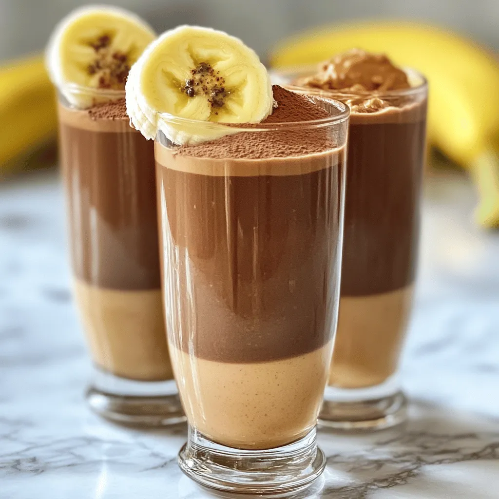 Der Schokoladen-Bananen-Smoothie ist einfach und lecker. Hier sind die Hauptzutaten, die du brauchst: - 2 reife Bananen, gefroren - 1 Tasse ungesüßte Mandelmilch (oder nach Wahl) - 2 Esslöffel ungesüßtes Kakaopulver - 1 Esslöffel Honig oder Ahornsirup (nach Geschmack anpassen) - 1 Esslöffel Erdnussbutter (oder Mandelbutter) - 1/4 Teelöffel Vanilleextrakt - Eine Prise Meersalz - Eine Handvoll Eiswürfel (optional) Diese Zutaten sorgen für einen cremigen und schokoladigen Genuss. Die gefrorenen Bananen geben dem Smoothie die perfekte Konsistenz und Süße. Du kannst diesen Smoothie leicht anpassen. Hier sind einige Ideen: - Milch ersetzen: Nutze Kokosmilch oder Sojamilch für einen anderen Geschmack. - Süßungsmittel: Probiere Agavendicksaft oder Stevia anstelle von Honig. - Nussbutter: Ersetze Erdnussbutter durch Cashew- oder Sonnenblumenkernbutter. - Zusätzliche Früchte: Füge ein bisschen Avocado oder Beeren hinzu für mehr Nährstoffe. Diese Anpassungen können den Geschmack verändern und deinen Smoothie noch besser machen. Jede Zutat bringt wichtige Nährstoffe mit: - Bananen: Reich an Kalium, helfen der Herzgesundheit. - Mandelmilch: Kalorienarm und enthält gesunde Fette. - Kakaopulver: Voll mit Antioxidantien, gut für die Haut. - Erdnussbutter: Bietet Protein und gesunde Fette. - Honig: Natürlicher Süßstoff mit antibakteriellen Eigenschaften. Dieser Smoothie ist nicht nur lecker, sondern auch nahrhaft. Eine gute Wahl für einen schnellen Snack oder Frühstück! Wenn du mehr wissen willst, schaue dir das Full Recipe an. Um einen großartigen Schokoladen-Bananen-Smoothie zu machen, bereite zuerst alle Zutaten vor. Du benötigst zwei reife, gefrorene Bananen. Diese geben dem Smoothie eine schöne Süße und eine cremige Konsistenz. Als Nächstes nimmst du eine Tasse ungesüßte Mandelmilch oder eine Milch deiner Wahl. Diese Basis sorgt für den flüssigen Teil und hilft, alles gut zu mischen. Vergiss nicht, zwei Esslöffel ungesüßtes Kakaopulver hinzuzufügen. Dadurch erhält dein Smoothie den schokoladigen Geschmack. Honig oder Ahornsirup sind wichtig, um die Süße zu justieren. Und natürlich eine Esslöffel Erdnussbutter. Diese gibt dem Smoothie einen tollen, nussigen Geschmack. Beginne mit der Mandelmilch im Mixer. Das hilft, die anderen Zutaten gut zu vermischen. Füge dann die gefrorenen Bananen, Kakaopulver, Honig oder Sirup, Erdnussbutter und Vanilleextrakt hinzu. Eine Prise Meersalz verstärkt den Geschmack. Wenn du es extra dick magst, füge eine Handvoll Eiswürfel hinzu. Mixe alles bei hoher Geschwindigkeit, bis die Mischung glatt und cremig ist. Wenn nötig, halte den Mixer an und schiebe die Seiten mit einem Spatel nach unten. So bekommst du eine gleichmäßige Mischung ohne Stückchen. Nachdem du alles gut gemixt hast, probiere den Smoothie. Ist er süß genug für dich? Wenn nicht, füge mehr Honig oder Sirup hinzu. Mixe erneut, um die Süße gut zu verteilen. Denke daran, dass du die Zutaten nach deinem Geschmack anpassen kannst. Vielleicht magst du mehr Kakaopulver für einen stärkeren Schokoladengeschmack oder einen Hauch mehr Vanille. Jeder Schluck sollte genau richtig sein. Gieße den Smoothie in ein großes Glas und genieße sofort die köstliche Mischung. Ein häufiger Fehler ist, die falschen Zutaten zu wählen. Einige verwenden zu viel Obst, was den Smoothie zu süß macht. Andere geben zu wenig Flüssigkeit hinzu, wodurch der Mix schwer wird. Achten Sie darauf, die Zutaten gut abzumessen. Um die richtige Konsistenz zu erhalten, beginne mit der Flüssigkeit. Ich empfehle, die Mandelmilch zuerst in den Mixer zu geben. Füge dann die gefrorenen Bananen und das Kakaopulver hinzu. Wenn der Smoothie zu dick ist, füge mehr Mandelmilch hinzu. Für eine dickere Textur kann Eis hinzugefügt werden. Mixe alles gut, bis es glatt ist. Nutze saisonale Zutaten, um deinem Smoothie neue Aromen zu verleihen. Im Frühling und Sommer sind frische Beeren eine tolle Wahl. Sie geben einen fruchtigen Kick. Im Herbst kann man Kürbis oder Zimt hinzufügen. Diese Aromen passen gut zur Schokolade. Experimentiere mit verschiedenen Zutaten, um deinen eigenen, einzigartigen Schokoladen-Bananen-Smoothie zu kreieren. Für das vollständige Rezept, schau dir die [Full Recipe] an. {{image_4}} Um einen proteinreichen Schokoladen-Bananen-Smoothie zu machen, füge einfach eine Portion Proteinpulver hinzu. Es gibt viele Sorten, wie Molke, Erbse oder Soja. Ein Löffel kann den Smoothie nahrhafter machen. Du kannst auch griechischen Joghurt verwenden. Das gibt eine cremige Textur und mehr Protein. Diese Optionen sind toll für den Muskelaufbau und die Regeneration. Du kannst mit verschiedenen Früchten experimentieren. Füge eine Handvoll Spinat hinzu, um mehr Nährstoffe zu bekommen. Spinat hat einen milden Geschmack und verändert die Farbe nicht. Auch Beeren passen gut. Himbeeren oder Erdbeeren bringen eine frische Note. Wenn du einen tropischen Twist magst, probiere Ananas. Diese Kombinationen machen den Smoothie bunter und geschmackvoller. Für eine vegane Version wähle einfach Ahornsirup statt Honig. Achte darauf, dass das Proteinpulver vegan ist, falls du es hinzufügst. Dieser Smoothie ist von Natur aus glutenfrei, wenn du die richtigen Zutaten verwendest. Alle Zutaten in diesem Rezept sind glutenfrei. So kannst du sicher sein, dass alle genießen können. Für die vollständige Anleitung besuche das Rezept [Full Recipe]. Um Ihren Schokoladen-Bananen-Smoothie frisch zu halten, bewahren Sie ihn in einem luftdichten Behälter auf. Verwenden Sie Glasbehälter oder hochwertige Plastikbehälter. Diese helfen, den Geschmack und die Frische zu bewahren. Stellen Sie sicher, dass der Behälter gut verschlossen ist, um Oxidation zu verhindern. Lagern Sie den Smoothie im Kühlschrank. Er bleibt so bis zu 24 Stunden genießbar. Wenn Sie Reste haben, können Sie den Smoothie einfrieren. Füllen Sie ihn in Eiswürfelformen oder in einen geeigneten Gefrierbehälter. So können Sie ihn später einfach verwenden. Lassen Sie Platz im Behälter, da sich der Smoothie beim Gefrieren ausdehnt. Zum Auftauen legen Sie die gefrorenen Portionen in den Kühlschrank. Nach ein paar Stunden sind sie wieder einsatzbereit. Alternativ können Sie sie auch in der Mikrowelle auf niedriger Stufe auftauen. Die Haltbarkeit des Smoothies hängt von den Zutaten ab. Gefrorene Bananen halten den Smoothie länger frisch. Im Kühlschrank ist der Smoothie für etwa einen Tag haltbar. Wenn Sie ihn einfrieren, können Sie ihn bis zu zwei Monate lagern. Achten Sie darauf, dass der Smoothie gut aussieht und riecht, bevor Sie ihn genießen. Bei Anzeichen von Verfärbung oder seltsamem Geruch, werfen Sie ihn weg. Um den Smoothie gesünder zu machen, gibt es viele Optionen. Sie können weniger Honig oder Sirup verwenden. Stattdessen probieren Sie frische Datteln aus. Diese geben Süße ohne viel Zucker. Fügen Sie auch Spinat oder Grünkohl hinzu, um mehr Nährstoffe zu erhalten. Diese grünen Blätter schmecken mild und sind daher eine tolle Wahl. Ein Esslöffel Chiasamen oder Leinsamen erhöht die Ballaststoffe und gesunde Fette. So bleibt der Smoothie gesund und lecker. Ja, Sie können frische Bananen verwenden. Aber gefrorene Bananen machen den Smoothie cremiger. Frische Bananen geben einen anderen Geschmack und eine andere Konsistenz. Wenn Sie frische Bananen nehmen, fügen Sie einige Eiswürfel hinzu. Dies hilft, die Kälte und die dicke Textur zu verbessern. Ein guter Trick ist, Bananen zu schälen und sie dann einzufrieren. So haben Sie immer gefrorene Bananen für Ihren Smoothie zur Hand. Toppings machen den Smoothie noch besser! Sie können einige gesunde Optionen wählen. Zum Beispiel sind geschnittene Bananen immer eine gute Wahl. Auch Nüsse oder Nussbutter geben einen tollen Crunch. Ein Hauch von Kakaopulver oder Kakaonibs fügt zusätzlichen Schokoladengeschmack hinzu. Für etwas Süße können Sie auch Kokosraspeln verwenden. Experimentieren Sie mit verschiedenen Toppings, um Ihren persönlichen Favoriten zu finden. Ein Schokoladen-Bananen-Smoothie ist einfach zuzubereiten. Wir haben die besten Zutaten betrachtet, um deinen Smoothie anzupassen. Die Schritt-für-Schritt-Anleitung hilft dir beim Mixen. Vermeide typische Fehler und achte auf die Konsistenz. Viele Variationen und saisonale Zutaten bringen neuen Geschmack. Lagere deine Smoothies frisch oder friere sie ein. Denke daran, dass kleine Änderungen einen großen Unterschied machen können. Jetzt bist du bereit, deinen perfekten Smoothie zu genießen!