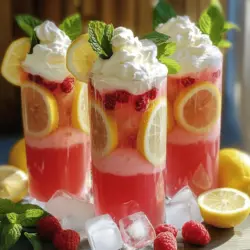 Um die schaumige pinke Limonade zuzubereiten, brauchst du folgende Zutaten: - 1 Tasse frisch gepresster Zitronensaft - 1 Tasse Haushaltszucker - 4 Tassen Wasser - 1 Tasse Himbeeren (frisch oder gefroren) - 1 Tasse Schlagsahne - 2 Esslöffel Puderzucker - 1 Teelöffel Vanilleextrakt - Eiswürfel - Zitronenscheiben und Minzblätter zur Garnierung Diese Zutaten machen die Limonade frisch und lecker. Die Himbeeren geben ihr eine tolle Farbe. Wenn du den Zitronensaft wählst, nimm frische Zitronen. Sie haben mehr Geschmack. Für die Himbeeren kannst du frische oder gefrorene verwenden. Gefrorene sind oft süßer und einfacher zu mixen. Achte darauf, hochwertigen Zucker zu wählen. Er löst sich besser im Wasser. Der Puderzucker hilft, die Schlagsahne süß und leicht zu machen. Um diese Limonade zuzubereiten, benötigst du: - Ein kleiner Topf - Einen Mixer - Eine Schüssel für die Schlagsahne - Einen elektrischen Mixer für die Sahne - Serviergläser Mit diesen Utensilien bist du gut ausgestattet. Sie helfen dir, die Schritte einfach und schnell zu erledigen. Wenn du das Rezept vollständig umsetzen möchtest, schau dir die [Full Recipe] an. Um den einfachen Sirup zu machen, brauchst du nur Zucker und Wasser. Nimm einen kleinen Topf und füge 1 Tasse Wasser und 1 Tasse Zucker hinzu. Stelle den Topf auf mittlere Hitze. Rühre ständig, bis der Zucker ganz aufgelöst ist. Das dauert nur ein paar Minuten. Wenn der Sirup klar aussieht, nimm ihn vom Herd. Lass ihn abkühlen. Diesen einfachen Sirup ist die Basis für deine Limonade. Jetzt kommt der spaßige Teil! Nimm deinen Mixer und füge den frisch gepressten Zitronensaft hinzu. Du brauchst 1 Tasse Zitronensaft, die du aus etwa 5 bis 6 Zitronen bekommst. Gib die restlichen 3 Tassen Wasser und den abgekühlten Sirup dazu. Füge dann 1 Tasse Himbeeren hinzu. Egal, ob frisch oder gefroren, sie schmecken toll! Mixe alles gut, bis die Mischung schön glatt ist. Wenn du keine Kerne magst, kannst du die Mischung durch ein feines Sieb gießen. Stelle die pinke Flüssigkeit dann beiseite und bereite die Schlagsahne vor. Für die Schlagsahne nimm eine große Schüssel und eine elektrische Mischung. Gib 1 Tasse Schlagsahne hinein. Schlage die Sahne, bis sich weiche Spitzen bilden. Das dauert etwa 2 bis 3 Minuten. Dann füge 2 Esslöffel Puderzucker und 1 Teelöffel Vanilleextrakt hinzu. Schlage weiter, bis die Sahne steife Spitzen hat. Jetzt ist die Schlagsahne fertig und bereit, auf die Limonade zu kommen. Sieh dir das komplette Rezept [Full Recipe] an, um die Schritte zu sehen und mehr Spaß beim Kochen zu haben! Um die beste Schlagsahne zu machen, achte auf die Kälte. Stelle die Schlagsahne und die Schüssel für einige Minuten in den Kühlschrank. Kalte Sahne schlägt besser. Schlage die Sahne auf mittlerer Geschwindigkeit. So wird sie gleichmäßig fluffig. Wenn die Sahne weiche Spitzen hat, füge Puderzucker und Vanille hinzu. Schlage weiter, bis steife Spitzen entstehen. Achte darauf, die Sahne nicht zu lange zu schlagen. Sonst wird sie butterig. Für eine schöne Garnierung kannst du Zitronenscheiben und frische Minze verwenden. Lege eine Zitronenscheibe auf den Rand des Glases. Die Minze bringt Farbe und Frische. Du kannst auch ein paar Himbeeren oben drauf legen. So sieht die Limonade noch einladender aus. Eine bunte Garnierung macht die Limonade besonders. Wenn du die Limonade anpassen möchtest, probiere verschiedene Früchte aus. Erdbeeren oder Pfirsiche passen gut. Du kannst auch den Zucker durch andere Süßstoffe ersetzen. Wenn die Limonade zu süß ist, füge mehr Zitronensaft hinzu. Bei zu wenig Süße kannst du mehr Zucker oder Sirup hinzufügen. Wenn die Schlagsahne nicht fest wird, ist sie vielleicht zu warm. Stelle sie dann für kurze Zeit in den Kühlschrank. So bleibt deine Limonade immer perfekt! Für das vollständige Rezept, schau dir das [Full Recipe] an. {{image_4}} Du kannst die Basisrezeptur leicht anpassen. Statt Himbeeren kannst du Erdbeeren oder Heidelbeeren verwenden. Diese Früchte bringen eine süße Note. Du kannst auch andere Zitrusfrüchte probieren. Limetten oder Grapefruits geben der Limonade einen frischen Twist. Wenn du es exotisch magst, füge Mangopüree oder Ananassaft hinzu. Diese Optionen machen die Limonade bunt und lecker. Für Feste kannst du die Limonade in großen Krügen servieren. Füge frische Früchte wie Zitronenscheiben und Minzblätter hinzu. Das sieht toll aus und macht die Limonade noch frischer. Du kannst auch Gläser mit Zucker am Rand verzieren. Dies gibt einen tollen Effekt. Wenn du Gäste hast, serviere die Limonade in Sektgläsern. Das macht sie festlicher und schick. Wenn du weniger Zucker verwenden möchtest, gibt es viele Alternativen. Honig, Agavendicksaft oder Stevia sind gute Optionen. Diese Süßstoffe sind oft gesünder. Du kannst sie nach Geschmack hinzufügen. Denke daran, dass sie unterschiedlich süß sind. Begonnen mit einer kleinen Menge und dann anpassen. So stellst du sicher, dass die Limonade nicht zu süß wird. Die pinke Limonade bleibt am besten im Kühlschrank. Füllen Sie sie in einen luftdichten Behälter. So bleibt der Geschmack frisch. Wenn Sie die Limonade länger aufbewahren möchten, dann decken Sie die Oberfläche mit Frischhaltefolie ab. So schützen Sie sie vor anderen Gerüchen im Kühlschrank. Genießen Sie die Limonade innerhalb von drei bis fünf Tagen für den besten Geschmack. Die Schlagsahne ist am besten frisch, aber Sie können sie auch lagern. Bewahren Sie die Schlagsahne in einem luftdichten Behälter im Kühlschrank auf. Sie hält sich dort etwa zwei Tage. Vor dem Servieren können Sie die Schlagsahne erneut aufschlagen. So wird sie wieder luftig und lecker. Wenn die Schlagsahne zu weich wird, fügen Sie einfach etwas mehr Puderzucker hinzu und schlagen Sie sie nochmals auf. Haben Sie Reste von der Limonade oder Schlagsahne? Kein Problem! Die Limonade eignet sich gut für Sorbets oder als Basis für Cocktails. Mischen Sie sie mit Mineralwasser für einen spritzigen Drink. Reste von Schlagsahne können Sie auf Pfannkuchen oder Waffeln verwenden. Auch in Desserts oder für Obstsalate ist sie einfach klasse. Seien Sie kreativ und genießen Sie die Reste! Die pinke Limonade bleibt im Kühlschrank etwa drei Tage frisch. Bewahre sie in einem luftdichten Behälter auf. So bleibt der Geschmack lange erhalten. Du kannst die Limonade auch gut vorbereiten und dann kalt servieren. Achte darauf, die Schlagsahne erst kurz vor dem Servieren hinzuzufügen, damit sie fluffig bleibt. Ja, du kannst die Limonade auch ohne Zucker machen. Ersetze den Zucker durch Süßstoffe wie Stevia oder Erythrit. Diese Optionen haben weniger Kalorien und sind gut für Diäten. Du kannst auch die Himbeeren pürieren und sie so süß machen. Probiere es aus und finde die beste Mischung für deinen Geschmack. Natürlich! Die pinke Limonade ist perfekt für Partys. Sie schmeckt frisch und sieht toll aus. Du kannst sie leicht alkoholfrei halten. Serviere sie einfach ohne Alkohol und füge mehr frische Früchte hinzu. Vielleicht ein paar Limettenscheiben oder Minze für den extra Kick. Diese Limonade wird deine Gäste sicher begeistern. Für das vollständige Rezept schau dir bitte das [Full Recipe] an. Die pinke Limonade ist ein erfrischendes Getränk, das einfach zuzubereiten ist. Wir haben die Zutaten und Utensilien besprochen. Schritt für Schritt haben wir die Limonade und die perfekte Schlagsahne hergestellt. Tipps helfen dir, Fehler zu vermeiden und Varianten zu entdecken. Denke daran, die Limonade und Schlagsahne richtig zu lagern. Jetzt kannst du genießen und auch Freunde einladen. Probier es aus und mach deine Limonade zu etwas Besonderem!