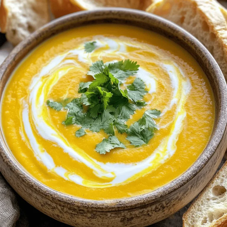 - 1 mittelgroßer Butternut-Kürbis, geschält und gewürfelt - 1 Dose (13,5 oz) Kokosmilch - 4 Tassen Gemüsebrühe Die Basis für diese Suppe ist der Butternut-Kürbis. Er hat einen süßen, nussigen Geschmack. Die Kokosmilch bringt eine cremige Textur und einen leichten, tropischen Geschmack. Gemüsebrühe gibt der Suppe Tiefe und hilft, die Aromen zu verbinden. - 1 Esslöffel Olivenöl - 1 Zwiebel, gehackt - 3 Knoblauchzehen, fein gehackt - 1 Teelöffel gemahlener Kreuzkümmel - 1 Teelöffel gemahlener Ingwer Olivenöl sorgt für eine gesunde Zubereitung und hilft, die Aromen freizusetzen. Zwiebel und Knoblauch fügen eine aromatische Note hinzu. Kreuzkümmel und Ingwer bringen Wärme und Geschmack. Diese Gewürze machen die Suppe so besonders und lecker. - Frisch gehackter Koriander - Empfohlene Brotsorten Frisch gehackter Koriander gibt der Suppe eine frische Note. Er passt perfekt zu den warmen Aromen. Servieren Sie die Suppe mit knusprigem Brot. Ein Stück Baguette oder Sauerteigbrot ergänzt das Gericht wunderbar. Finden Sie die perfekte Kombination für Ihr Essen! Um die Suppe zuzubereiten, schälen Sie zuerst den Butternut-Kürbis. Schneiden Sie ihn dann in kleine Würfel. Dies hilft beim Röstprozess. Außerdem bereiten Sie eine Zwiebel und drei Knoblauchzehen vor. Hacken Sie die Zwiebel fein und zerdrücken Sie den Knoblauch. Heizen Sie Ihren Ofen auf 200 °C vor. Geben Sie die Kürbiswürfel in eine Schüssel. Fügen Sie einen Esslöffel Olivenöl, Salz und Pfeffer hinzu. Mischen Sie alles gut. Verteilen Sie die Kürbiswürfel auf einem Backblech. Rösten Sie den Kürbis für 25-30 Minuten. Wenden Sie die Stücke einmal, bis sie zart und leicht karamellisiert sind. Erhitzen Sie etwas Olivenöl in einem großen Topf bei mittlerer Hitze. Geben Sie die gehackte Zwiebel hinein und dünsten Sie sie. Nach etwa 5-7 Minuten sollte sie durchsichtig sein. Fügen Sie dann den gehackten Knoblauch, Kreuzkümmel und Ingwer hinzu. Braten Sie alles für 1-2 Minuten an, bis es gut riecht. Sobald der Kürbis fertig ist, geben Sie ihn in den Topf. Gießen Sie vier Tassen Gemüsebrühe dazu und bringen Sie die Mischung zum Kochen. Reduzieren Sie dann die Hitze und lassen Sie die Suppe 10 Minuten köcheln. Pürieren Sie die Suppe bis sie glatt ist. Mischen Sie zum Schluss eine Dose Kokosmilch hinein und erwärmen Sie die Suppe erneut. Schmecken Sie sie mit Salz und Pfeffer ab. Für das vollständige Rezept können Sie die Full Recipe ansehen. Um die perfekte Konsistenz für deine Suppe zu erreichen, nutze einen Stabmixer. Dieser bietet dir die Kontrolle, die du brauchst. Du kannst die Suppe direkt im Topf pürieren. Wenn du keinen Stabmixer hast, kannst du auch einen Standmixer verwenden. Achte darauf, die Suppe portionsweise zu pürieren. Lass die heiße Suppe dabei nicht zu voll werden, um Spritzer zu vermeiden. Die richtige Menge Salz und Pfeffer macht einen großen Unterschied. Probiere die Suppe während der Zubereitung. Wenn sie noch nicht salzig genug ist, füge mehr hinzu. Du kannst auch zusätzliche Gewürze ausprobieren. Ein Hauch von Chili oder etwas Zimt kann die Aromen verstärken. Sei kreativ und finde die Mischung, die dir am besten schmeckt. Um Zeit zu sparen, bereite die Zutaten im Voraus vor. Du kannst den Kürbis und die Zwiebel schon am Vortag schneiden. So bist du an dem Tag der Zubereitung schneller. Wenn du Reste hast, benutze sie für andere Gerichte. Röstete Kürbisstücke sind großartig in Salaten oder als Beilage. So vermeidest du Verschwendung und schaffst neue Geschmackskombinationen. {{image_4}} Einen kleinen Kick gibt es mit Ingwer. Der Geschmack wird intensiv und frisch. Sie können auch Chili hinzufügen. Chili bringt eine angenehme Schärfe in die Suppe. Kurkuma ist eine weitere interessante Wahl. Kurkuma gibt der Suppe eine schöne Farbe und einen milden, erdigen Geschmack. Für die Öle können Sie Avocadoöl oder Erdnussöl nutzen. Jedes Öl hat seinen eigenen Geschmack und macht die Suppe einzigartig. Es gibt viele Wege, die Suppe für verschiedene Diäten anzupassen. Für Veganer können Sie einfach die Kokosmilch nutzen. Diese macht die Suppe cremig und reichhaltig. Glutenfreie Varianten sind einfach. Alle Zutaten in der Suppe sind glutenfrei. Wer auf Kalorien achtet, kann weniger Kokosmilch verwenden. Das macht die Suppe leichter, aber immer noch lecker. Die Garnitur macht viel aus! Sie können frischen Koriander verwenden. Das bringt Farbe und Frische. Ein Spritzer Limettensaft ist ebenfalls eine tolle Idee. Außerdem passt knuspriges Brot perfekt dazu. Ein gutes Baguette oder Sauerteigbrot ergänzen die Suppe wunderbar. Versuchen Sie auch, die Suppe mit gerösteten Kürbiskernen zu bestreuen. Diese geben einen schönen Crunch und sind gesund. Für das vollständige Rezept und mehr Details, schauen Sie sich das [Full Recipe] an. Die Suppe bleibt im Kühlschrank bis zu fünf Tage frisch. Bewahre sie in einem luftdichten Behälter auf. So bleibt der Geschmack und die Konsistenz erhalten. Achte darauf, die Suppe vor dem Servieren gut zu erhitzen. Um die Suppe einzufrieren, lass sie zuerst abkühlen. Fülle sie dann in gefriergeeignete Behälter. Achte darauf, Platz für Ausdehnung zu lassen. Die Suppe hält sich im Gefrierfach bis zu drei Monate. Zum Auftauen lege sie einfach über Nacht in den Kühlschrank. Erwärme die Suppe dann in einem Topf oder in der Mikrowelle. Verwende Reste der Suppe kreativ. Du kannst sie als Basis für Pasta-Saucen nutzen. Mische sie in einen Eintopf oder verwende sie als Füllung in Wraps. Gerösteter Butternut-Kürbis ist auch lecker in Salaten oder auf Pizza. Probiere neue Rezepte mit deinen Resten aus. Die Suppe hält sich etwa 5 Tage im Kühlschrank. Achte darauf, sie in einem luftdichten Behälter aufzubewahren. So bleibt sie frisch und lecker. Vor dem Essen kannst du die Suppe einfach aufwärmen. Wenn du sie länger aufbewahren möchtest, friere sie ein. Ja, du kannst die Suppe vegan machen. Ersetze die Kokosmilch durch eine andere Pflanzenmilch, wenn du magst. Verwende auch Gemüsebrühe, die kein Fleisch enthält. So bleibt die Suppe 100% vegan und trotzdem cremig. Diese Alternativen sind leicht zu finden und schmecken toll. Um die Suppe würziger zu machen, kannst du mehr Gewürze hinzufügen. Ein Hauch von Cayennepfeffer bringt Schärfe. Auch etwas Zimt kann eine feine Note geben. Du kannst auch frische Kräuter wie Thymian oder Rosmarin ausprobieren. Diese Tipps helfen dir, die Aromen zu verstärken. Zu Kürbissuppe passen viele Beilagen gut. Knuspriges Brot oder Brötchen sind ideal. Auch ein frischer Salat ergänzt die Suppe gut. Du kannst die Suppe mit gerösteten Kernen oder Samen bestreuen. Das macht das Gericht noch interessanter. Wenn du genauere Rezepte suchst, schau dir das [Full Recipe] an. Diese Kürbissuppe kombiniert frische Zutaten und einfache Zubereitung. Wir haben die Hauptzutaten, Gewürze und Beilagen besprochen. Auch Tipps zur perfekten Konsistenz und Geschmack finden Sie hier. Variationen sowie Lagerungshinweise sind ebenfalls wichtig. Experimentieren Sie mit Ihren eigenen Ideen und genießen Sie die vielen Möglichkeiten. Eine gute Suppe bringt Freude und Wärme in kalte Tage! Bereiten Sie sie vor und teilen Sie sie mit Familie oder Freunden.