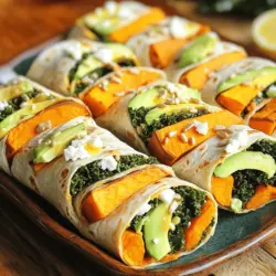 - 1 große Süßkartoffel, geschält und gewürfelt - 2 Tassen Grünkohl, Stiele entfernt und grob gehackt - 4 große Vollkorn-Tortillas - 1/2 Tasse Hummus (gekauft oder selbstgemacht) - 1 Esslöffel Olivenöl - 1 Teelöffel geräuchertes Paprikapulver - 1 Teelöffel Knoblauchpulver - Salz und Pfeffer nach Geschmack - 1/4 Tasse Feta-Käse, zerbröckelt - 1 reife Avocado, in Scheiben geschnitten - 1/4 Tasse Sonnenblumenkerne (für den Crunch) - Frischer Zitronensaft zum Beträufeln Für die Süßkartoffel & Grünkohl Power Wraps brauchst du frische und gesunde Zutaten. Die Süßkartoffel gibt den Wraps eine süße Note und viele Nährstoffe. Grünkohl ist ein Superfood, das reich an Vitaminen ist. Die Vollkorn-Tortillas sind eine tolle Basis, die dir Energie gibt. Hummus sorgt für Cremigkeit und zusätzlichen Geschmack. Die Gewürze machen den Unterschied. Das Olivenöl bringt Geschmack und hilft, die Süßkartoffel perfekt zu rösten. Geräuchertes Paprikapulver gibt ein rauchiges Aroma. Knoblauchpulver bringt Würze. Salz und Pfeffer runden alles ab. Die optionalen Toppings sind das Sahnehäubchen. Feta-Käse bringt einen salzigen Kick. Avocado fügt Cremigkeit hinzu und Sonnenblumenkerne sorgen für den Crunch. Zitronensaft gibt Frische. Du kannst die Zutaten nach deinem Geschmack anpassen und variieren. Für die vollständige Anleitung schaue dir das [Full Recipe] an. - Ofen auf 200°C vorheizen - Süßkartoffeln mit Olivenöl und Gewürzen vermengen Zuerst heizt du deinen Ofen auf 200°C vor. Diese Temperatur hilft, die Süßkartoffeln perfekt zu rösten. Dann nimmst du eine große Süßkartoffel und schälst sie. Schneide sie in kleine Würfel. Gib diese in eine Schüssel. Füge 1 Esslöffel Olivenöl, 1 Teelöffel geräuchertes Paprikapulver, 1 Teelöffel Knoblauchpulver, Salz und Pfeffer hinzu. Mische alles gut. So wird jede Würfel lecker gewürzt. - Süßkartoffeln auf einem Backblech verteilen und rösten - Grünkohl in den letzten 10 Minuten hinzufügen Verteile die gewürzten Süßkartoffeln gleichmäßig auf einem Backblech. Röste sie im Ofen für 25 bis 30 Minuten. Die Würfel sollten weich und leicht goldbraun sein. Nach 15 Minuten rührst du sie um. In den letzten 10 Minuten fügst du 2 Tassen Grünkohl hinzu. Dieser wird leicht gegart und bleibt frisch. - Tortillas erwärmen und mit Hummus bestreichen - Füllen mit Süßkartoffeln, Grünkohl, Avocado und optional Feta Erwärme 4 große Vollkorn-Tortillas in einer Pfanne. Mach das bei mittlerer Hitze für etwa 30 Sekunden pro Seite. So werden die Tortillas weich und leicht warm. Bestreiche jede Tortilla großzügig mit 1/2 Tasse Hummus. Wenn die Süßkartoffeln und der Grünkohl fertig sind, verteile sie gleichmäßig auf den Tortillas. Füge einige Scheiben Avocado und optional 1/4 Tasse zerbröckelten Feta hinzu. - Tortilla einrollen und diagonal schneiden - Anrichten und garnieren Klappe die Seiten der Tortilla ein und rolle sie von unten nach oben fest ein. Schneide jede Wrap diagonal in zwei Hälften. Lege die Hälften auf einen schönen Teller. Garnieren kannst du sie mit etwas frischem Zitronensaft und 1/4 Tasse Sonnenblumenkernen für den Crunch. So sehen die Wraps toll aus und schmecken großartig. Um Süßkartoffeln perfekt zu rösten, achte auf die Röstzeit und Temperatur. Ein Ofen bei 200°C sorgt für eine tolle Karamellisierung. Röste die Süßkartoffeln 25 bis 30 Minuten lang. Wende sie nach 15 Minuten, damit sie gleichmäßig garen. Das macht sie weich und lecker. Die Größe der Würfel spielt eine große Rolle. Schneide die Süßkartoffeln in gleichmäßige Stücke. So garen sie alle zur selben Zeit. Wenn du die Würfel zu klein machst, werden sie zu schnell weich oder verbrennen. Größere Stücke bleiben knusprig und saftig. Hummus ist ein toller Begleiter für diese Wraps. Du kannst ihn selbst machen oder kaufen. Für selbstgemachten Hummus benötigst du Kichererbsen, Tahini, Zitronensaft und Knoblauch. Mixe alles gut, bis es cremig ist. Wenn du Abwechslung magst, probiere andere Hummus-Varianten. Füge Avocado für einen cremigen Geschmack hinzu. Rote Bete gibt einen schönen Farbton und einen süßen Geschmack. Du kannst auch gewürztes Hummus mit Chili oder Kräutern machen. Wraps sind sehr vielseitig. Du kannst sie mit verschiedenen Beilagen servieren. Ein frischer Salat passt gut dazu. Auch eine leichte Suppe ist eine gute Wahl. Um die Wraps schön zu präsentieren, lege sie auf einen bunten Teller. Garnier sie mit Sonnenblumenkernen und Zitronenschnitzen. Das sieht nicht nur toll aus, sondern schmeckt auch besser. Du kannst auch frische Salsa oder einen Joghurt-Dip dazu reichen. Diese Kombination bringt noch mehr Geschmack. Für das gesamte Rezept schaue dir die Anleitung im Abschnitt "Full Recipe" an. {{image_4}} Um den Wraps mehr Geschmack zu geben, kannst du verschiedene Gemüsearten verwenden. Möhren, Paprika oder Zucchini passen gut dazu. Sie bringen Farbe und Textur in deine Power Wraps. Du kannst auch saisonale Zutaten wählen, wie Spargel im Frühling oder Kürbis im Herbst. Das macht deine Wraps spannend und frisch. Wenn du mehr Protein hinzufügen möchtest, probiere Hühnchen, Tofu oder Bohnen. Diese Zutaten machen die Wraps noch sättigender. Du kannst auch Kichererbsen verwenden, um eine vegane Quelle von Protein zu bekommen. Sie sind nahrhaft und passen perfekt zu den anderen Aromen. Die Wahl der Tortillas ist wichtig. Du kannst glutenfreie Tortillas benutzen, wenn du Gluten vermeiden möchtest. Für eine Low-Carb-Option probiere Salatblätter. Sie sind knackig und leicht, perfekt für eine gesunde Variante der Wraps. Diese Variationen helfen dir, deine Süßkartoffel & Grünkohl Power Wraps nach deinem Geschmack anzupassen. So bleibt das Essen immer spannend und lecker! Du kannst das gesamte Rezept [Full Recipe] für mehr Details nachlesen. Lagere die Wraps im Kühlschrank. Wickel sie in Frischhaltefolie oder lege sie in einen luftdichten Behälter. So bleiben sie frisch und lecker. Du kannst sie bis zu drei Tage aufbewahren. Prüfe vor dem Essen, ob sie gut riechen. Wenn sie seltsam riechen, wirf sie weg. Du kannst die Füllung oder die ganzen Wraps einfrieren. Um die Füllung einzufrieren, lass sie zuerst abkühlen. Dann fülle sie in einen Gefrierbeutel. Drücke die Luft heraus und verschließe den Beutel. Für die ganzen Wraps, wickel sie fest in Frischhaltefolie ein und lege sie in einen Gefrierbehälter. So halten sie bis zu drei Monate. Um die Wraps aufzutauen, lege sie einfach in den Kühlschrank. Lass sie dort über Nacht auftauen. Wenn du es schnell brauchst, kannst du sie auch in der Mikrowelle aufwärmen. Stelle die Mikrowelle auf niedrige Stufe ein, um ein gleichmäßiges Erwärmen zu sichern. So bleiben die Wraps zart und lecker. Für vegane Wraps lasse den Feta-Käse weg. Ersetze ihn durch Nüsse oder Samen. Du kannst auch mehr Avocado hinzufügen. Das gibt einen leckeren, cremigen Geschmack. Hummus ist schon vegan, was toll ist. Du kannst auch verschiedene Geschmäcker ausprobieren, um die Wraps zu variieren. Ja, du kannst die Wraps im Voraus machen. Bereite die Süßkartoffeln und den Grünkohl am Sonntag vor. Kühle sie in einem Behälter. Erwärme die Mischung, wenn du bereit bist, die Wraps zu machen. Du kannst die Tortillas auch vorbereiten. Wickel sie in Frischhaltefolie. So bleiben sie frisch für die ganze Woche. Zu diesen Wraps passen viele Dips gut. Hummus ist eine tolle Wahl. Auch Joghurt-Dips sind lecker. Du kannst Salsa oder Guacamole probieren. Diese Dips bringen frische Aromen und machen die Wraps noch besser. Für mehr Ideen schau dir die [Full Recipe] an. In diesem Blogbeitrag haben wir die leckeren Süßkartoffel und Grünkohl Wraps behandelt. Wir haben alle Zutaten, die Zubereitung und sogar Variationen besprochen. Du kannst diese Wraps ganz nach deinem Geschmack anpassen. Denk daran, dass frisches Gemüse und verschiedene Dips deinen Wraps mehr Würze verleihen. Mit diesen einfachen Anleitungen kannst du gesunde und schmackhafte Wraps schnell zubereiten. Bleibe kreativ und experimentiere weiter in der Küche!