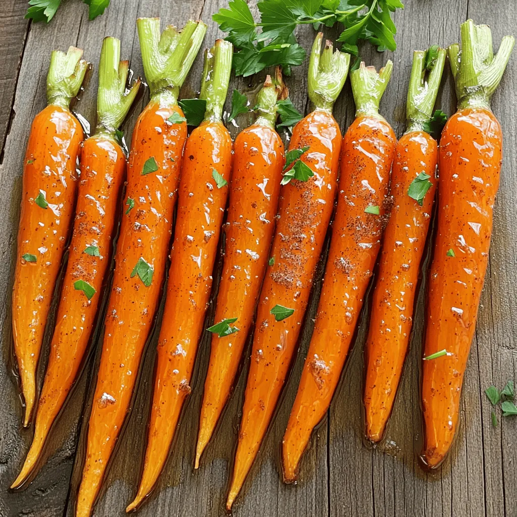 Für die gerösteten Karotten benötigst du: - 450 g Babyküchenkarotten (oder normale Karotten, geschält und in Sticks geschnitten) - 3 Esslöffel Ahornsirup - 2 Esslöffel Olivenöl - 1 Teelöffel Zimt - 1/2 Teelöffel Muskatnuss (optional) - Salz und Pfeffer nach Geschmack Diese Zutaten sorgen für einen tollen Geschmack und eine schöne Textur. Zimt steht im Mittelpunkt, aber du kannst auch andere Gewürze verwenden. Muskatnuss gibt einen warmen, nussigen Geschmack. Du kannst auch Ingwer oder Kreuzkümmel ausprobieren. Diese Gewürze passen gut zu Karotten. Sie verleihen deinem Gericht eine spannende Note. Frische Petersilie bringt Farbe und Frische auf deinen Teller. Du kannst auch einige gehackte Nüsse streuen. Das gibt einen schönen Crunch. Wenn du etwas mehr Süße willst, probiere geröstete Sesamsamen. Diese einfachen Ergänzungen machen dein Gericht noch besser. Für die vollständige Zubereitung kannst du das [Full Recipe] verwenden. Zuerst wähle ich frische Babyküchenkarotten. Diese sind süß und zart. Wenn du normale Karotten hast, schäle sie und schneide sie in Sticks. Du kannst die Karotten auch in gleichmäßige Stücke schneiden. So garen sie gleichmäßig. Wasche die Karotten gründlich. Trockne sie dann mit einem Küchentuch. Sie sollten trocken sein, damit die Glasur gut haftet. In einer großen Schüssel vermische ich Ahornsirup, Olivenöl, Zimt, Salz und Pfeffer. Diese Mischung gibt den Karotten einen tollen Geschmack. Du kannst auch Muskatnuss hinzufügen, wenn du magst. Rühre alles mit einem Schneebesen gut durch. Achte darauf, dass alles gut vermischt ist. Wenn du die Karotten hinzufügst, müssen sie gleichmäßig mit der Glasur überzogen sein. Heize deinen Ofen auf 200°C vor. Lege die glasierten Karotten auf ein Backblech. Achte darauf, dass sie nicht übereinander liegen. So rösten sie gleichmäßig. Nach 20-25 Minuten sind die Karotten fertig. Ich rühre sie zur Halbzeit um. Das hilft, damit sie schön karamellisieren. Lass sie nach dem Rösten ein paar Minuten abkühlen. Du kannst sie dann mit frischer Petersilie garnieren. Das sieht nicht nur schön aus, es schmeckt auch frisch. Du findest das gesamte Rezept im Abschnitt "Full Recipe". Um die besten gerösteten Karotten zu erhalten, muss der Ofen heiß sein. Ich empfehle, ihn auf 200°C vorzuheizen. Eine hohe Temperatur sorgt für eine schöne Karamellisierung. Verteile die Karotten gleichmäßig auf dem Blech. Das hilft, dass sie gleichmäßig garen. Rühre sie zur Hälfte der Zeit um. So werden sie überall knusprig. Einer der häufigsten Fehler ist, die Karotten zu dicht auf das Blech zu legen. Wenn sie zu nah beieinander sind, dampfen sie statt zu rösten. Ein weiterer Fehler ist, die Glasur nicht gut zu vermischen. Das führt dazu, dass einige Karotten süßer sind als andere. Achte darauf, dass jede Karotte gut mit der Glasur überzogen ist. Die Süße kann leicht angepasst werden. Wenn du es süßer magst, füge mehr Ahornsirup hinzu. Für einen würzigeren Geschmack kannst du mehr Zimt oder Muskatnuss verwenden. Du kannst auch andere Gewürze wie Ingwer oder Kreuzkümmel ausprobieren. Das gibt den Karotten eine neue Note. {{image_4}} Manchmal möchte ich etwas Abwechslung auf den Tisch bringen. Dazu füge ich andere Gemüsesorten hinzu. Gemüse wie Pastinaken, Süßkartoffeln oder Rüben passen gut zu Karotten. Diese Gemüsesorten bringen neue Farben und Aromen. Sie rösten sich ähnlich und schmecken köstlich mit der Glasur. Schneiden Sie das Gemüse in ähnliche Größen, damit sie gleichmäßig garen. Wenn Sie eine vegane Version suchen, ist das ganz einfach. Ersetzen Sie das Olivenöl durch Kokosöl oder Rapsöl. Der Ahornsirup ist schon vegan und gibt den Karotten die süße Note. Sie können auch etwas Agavendicksaft verwenden, wenn Sie ihn lieber mögen. Diese kleinen Änderungen machen keinen großen Unterschied im Geschmack, aber sie passen besser zu veganen Diäten. Für eine gesündere Variante können Sie den Zuckergehalt reduzieren. Benutzen Sie weniger Ahornsirup oder fügen Sie mehr Gewürze hinzu. Zimt und Muskatnuss geben viel Geschmack ohne Zucker. Eine andere Idee ist, die Karotten mit etwas Zitronensaft zu beträufeln. Das bringt Frische und hilft, den Zuckergehalt weiter zu senken. Probieren Sie diese Tipps aus und finden Sie Ihre perfekte Mischung. Für die komplette Rezeptur schauen Sie sich das [Full Recipe] an. Wenn du Reste von den gerösteten, mit Ahornsirup glasierten Karotten hast, bewahre sie in einem luftdichten Behälter auf. Das hält die Karotten frisch und zart. Du kannst sie bis zu drei Tage im Kühlschrank lagern. Wenn du sie in einer Schüssel hast, decke sie einfach mit Frischhaltefolie ab. Um die Karotten wieder aufzuwärmen, lege sie auf ein Backblech. Heize deinen Ofen auf 180°C vor. Röste die Karotten für etwa 10 Minuten, bis sie warm sind. Du kannst auch die Mikrowelle benutzen. Stelle die Karotten in eine mikrowellengeeignete Schüssel. Decke sie ab und wärme sie für 1-2 Minuten auf. Die Haltbarkeit der Karotten im Kühlschrank beträgt etwa drei Tage. Nach dieser Zeit können sie an Geschmack verlieren. Achte darauf, dass die Karotten gut verpackt sind. Wenn du sie länger aufbewahren möchtest, friere sie ein. Das ist eine großartige Möglichkeit, ihre Frische zu bewahren. Um geröstete Karotten zu machen, beginne mit frischen Karotten. Ich empfehle Babyküchenkarotten, da sie zart sind. Du kannst auch normale Karotten verwenden, die du schälen und schneiden kannst. Vermische in einer Schüssel Ahornsirup, Olivenöl, Zimt, Salz und Pfeffer. Füge die Karotten hinzu und mische alles gut. Lege die Karotten auf ein Backblech und röste sie bei 200°C für 20-25 Minuten. Sie sollten zart und leicht karamellisiert sein. Geröstete Karotten passen gut zu vielen Gerichten. Sie sind lecker zu gegrilltem Fleisch wie Hähnchen oder Rind. Auch zu Fischgerichten sind sie eine tolle Beilage. Du kannst sie auch mit Reis oder Quinoa servieren. Sie bringen Farbe und Geschmack auf jeden Tisch. Die süße Glasur macht sie besonders gut zum Teilen. Ja, du kannst die Karotten im Voraus zubereiten. Du kannst sie vor dem Rösten vorbereiten und im Kühlschrank aufbewahren. Wenn du bereit bist, sie zu servieren, röste sie einfach im Ofen. Sie schmecken auch kalt als Snack oder in einem Salat. So sparst du Zeit beim Kochen und hast trotzdem leckere Karotten. Für das vollständige Rezept schaue in die Übersicht. Geröstete Karotten sind einfach zuzubereiten. Wir haben die besten Zutaten, Gewürze und Garnierungen besprochen. Die Schritt-für-Schritt-Anleitung macht das Rösten leicht. Mit meinen Tipps vermeidest du häufige Fehler und findest die perfekte Rösttechnik. Du kannst die Karotten nach Belieben variieren oder anpassen. Lagere die Reste richtig, um den Geschmack zu erhalten. Geröstete Karotten sind nicht nur lecker, sondern auch gesund. Genieße diese einfache Beilage bei deinem nächsten Gericht!