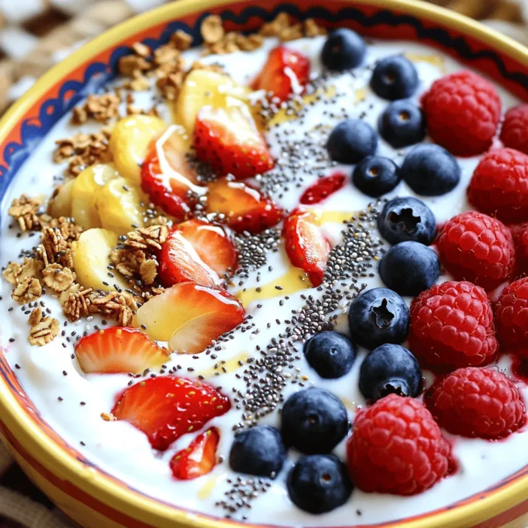 - 2 Tassen griechischer Joghurt (natur oder Vanille) - 1/4 Tasse Honig oder Ahornsirup - 1 Tasse gemischte Beeren (Erdbeeren, Heidelbeeren, Himbeeren) - 1/4 Tasse Granola - 1 Esslöffel Chiasamen (optional) - Eine Prise Meersalz Griechischer Joghurt Beereneisen ist ein frischer Genuss. Die Zutaten sind einfach und gesund. Ich liebe, wie die Beeren den Joghurt süß und fruchtig machen. Achten Sie darauf, frische Beeren zu wählen. Sie bringen den besten Geschmack. Griechischer Joghurt ist reich an Eiweiß. Das macht ihn zu einer tollen Basis. Honig oder Ahornsirup gibt die nötige Süße. Ich bevorzuge Honig, weil er einen schönen, warmen Geschmack hat. Granola fügt einen tollen Crunch hinzu. Chiasamen sind optional, aber sie sind gesund. Sie geben Ballaststoffe und Omega-3-Fette. Das Meersalz verstärkt die Aromen. Es ist wichtig, eine Prise zu verwenden. Für das beste Ergebnis, mischen Sie die Zutaten gut. Sie können das Rezept nach Ihrem Geschmack anpassen. Wenn Sie mehr Beeren mögen, fügen Sie mehr hinzu! Ich finde, dass diese Kombination aus Zutaten das perfekte Snack macht. Es ist einfach, schnell und sehr lecker. Probieren Sie das Rezept aus, um diesen frischen Genuss zu erleben! Legen Sie ein Backblech mit Backpapier aus. Das Papier sollte über die Ränder hinausragen. So heben Sie das Bark später leicht heraus. In einer großen Schüssel vermengen Sie den griechischen Joghurt mit Honig oder Ahornsirup. Rühren Sie gut, bis die Mischung glatt ist. Gießen Sie die Joghurtmischung auf das Backblech. Verteilen Sie sie gleichmäßig mit einem Spatel. Die Schicht sollte etwa 1/4 Zoll dick sein. Achten Sie darauf, dass die Joghurt-Mischung gut verteilt ist. Streuen Sie die gemischten Beeren gleichmäßig über die Joghurtschicht. Drücken Sie sie leicht hinein. So haften sie gut. Verteilen Sie das Granola und die Chiasamen gleichmäßig darüber. Fügen Sie eine Prise Meersalz hinzu, um die Aromen zu verstärken. Stellen Sie das Backblech in den Gefrierschrank. Lassen Sie es etwa 3-4 Stunden gefrieren. Prüfen Sie, ob der Joghurt vollständig gefroren ist. Nach dem Gefrieren nehmen Sie das Blech heraus. Heben Sie das Bark mithilfe des überstehenden Papiers heraus. Brechen Sie das Bark in Stücke. Nutzen Sie dafür Ihre Hände oder ein scharfes Messer. - Mischen Sie den Joghurt gut mit Honig oder Ahornsirup. - Achten Sie darauf, dass die Mischung glatt und cremig ist. - Verwenden Sie einen Spatel für eine gleichmäßige Verteilung. - Die Schicht sollte etwa 1/4 Zoll dick sein. - Arrangieren Sie die Barkstücke bunt auf dem Servierteller. - Träufeln Sie nach Belieben zusätzlichen Honig darüber. - Nutzen Sie eine große, klare Schüssel für den besten Effekt. - Für Allergiker können Sie glutenfreies Granola verwenden. - Ersetzen Sie Honig durch Agavendicksaft für Veganer. - Achten Sie auf Früchte, die keine Allergien auslösen. - Prüfen Sie die Zutaten auf mögliche Allergene. {{image_4}} Du kannst verschiedene Beeren oder Früchte nutzen. Erdbeeren, Himbeeren und Heidelbeeren sind toll. Aber auch Bananen, Mangos oder Kiwis funktionieren wunderbar. Probiere, was dir schmeckt! Wenn du gefrorenes Obst nimmst, denke daran, es vorher gut abzutropfen. So wird dein Bark nicht matschig. Du kannst den Joghurt leicht verändern. Füge etwas Vanilleextrakt hinzu für mehr Tiefe. Schokoladenstückchen sind auch eine großartige Idee, wenn du Schokolade liebst. Nüsse wie Mandeln oder Walnüsse geben extra Crunch. Sei kreativ und finde deinen Lieblingsgeschmack! Gesunde Toppings machen das Bark noch besser. Du kannst Kokosraspeln oder Sonnenblumenkerne verwenden. Auch Chiasamen sind eine gute Wahl. Sie sind klein, knusprig und voll von Nährstoffen. Frische Minzblätter können auch einen tollen Geschmack hinzufügen. Denk daran, dass weniger oft mehr ist! Um Ihre griechischer Joghurt Beereneisen frisch zu halten, legen Sie die Stücke in einen luftdichten Behälter. Sie können auch Frischhaltefolie verwenden. Stellen Sie sicher, dass die Bark gut verpackt ist. Dies schützt sie vor Gefrierbrand. So bleibt der Geschmack und die Textur erhalten. Lagern Sie die Bark im Gefrierfach für bis zu einem Monat. Vor dem Servieren nehmen Sie die Stücke aus dem Gefrierfach. Lassen Sie diese bei Raumtemperatur stehen. Nach etwa 10 bis 15 Minuten sind sie weich genug zum Essen. Alternativ können Sie die Bark über Nacht im Kühlschrank auftauen. So bleibt der Geschmack perfekt. Die Bark bleibt bis zu einem Monat im Gefrierfach frisch. Nach dem Auftauen sollten Sie die Stücke innerhalb von 3 Tagen essen. So genießen Sie den besten Geschmack und die beste Textur. Achten Sie darauf, dass die Bark nicht zu lange im Kühlschrank bleibt. Griechischer Joghurt Beereneisen bleibt im Gefrierschrank bis zu zwei Monate frisch. Bewahre ihn in einem luftdichten Behälter auf. Achte darauf, dass keine Luft eindringt. Wenn du ihn länger lagerst, kann die Textur beim Auftauen leiden. Ja, du kannst andere Süßstoffe wie Stevia oder Agavendicksaft verwenden. Sie geben einen ähnlichen süßen Geschmack. Achte darauf, die Menge anzupassen. Manche Süßstoffe sind süßer als Honig. Griechischer Joghurt ist sehr gesund. Er enthält viel Protein, wenig Zucker und gute Probiotika. Diese Probiotika helfen deinem Darm. Außerdem ist Joghurt reich an Kalzium, was gut für die Knochen ist. Ja, du kannst dieses Rezept vegan machen. Verwende pflanzlichen Joghurt aus Soja oder Kokosnuss. Ersetze Honig durch Agavensirup oder Ahornsirup. So bleibt das Rezept ohne tierische Produkte. Für dieses Rezept sind Erdbeeren, Heidelbeeren und Himbeeren ideal. Diese Beeren haben einen tollen Geschmack und sind nahrhaft. Du kannst auch andere Beeren wie Brombeeren oder Preiselbeeren verwenden. Frische oder gefrorene Beeren funktionieren gut. Das Rezept für griechischen Joghurt Bark ist einfach und lecker. Wir haben die Hauptzutaten und den Schritt-für-Schritt-Prozess behandelt. Vergessen Sie die Tipps für die perfekte Konsistenz und ansprechende Präsentation nicht. Variieren Sie die Früchte und Aromen, um neue Geschmäcker zu entdecken. Achten Sie auf die richtigen Lagerungshinweise, damit Ihre Bark frisch bleibt. Diese süße Kreation ist nicht nur gesund, sondern auch kreativ anpassbar. Viel Spaß beim Ausprobieren!
