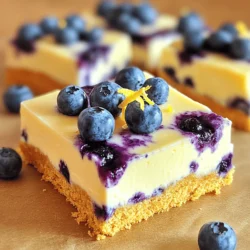 - 1 Tasse Graham-Cracker-Brösel - 1/4 Tasse ungesalzene Butter, geschmolzen - 2 Esslöffel Zucker Die Basis für diese Riegel ist einfach. Graham-Cracker-Brösel geben einen tollen Crunch. Sie bilden die Kruste. Die geschmolzene Butter hilft, die Brösel zusammenzuhalten. Zucker fügt die nötige Süße hinzu und macht die Kruste lecker. - 450 g Frischkäse, weich - 1/2 Tasse Zucker - 1 Teelöffel Vanilleextrakt - 2 große Eier Frischkäse ist der Hauptbestandteil der Füllung. Er sorgt für die cremige Textur. Zucker macht die Füllung süß. Vanilleextrakt gibt einen schönen Geschmack. Eier helfen, alles zu binden und die Füllung fest zu machen. - Abrieb von 1 Zitrone - 1/4 Tasse frischer Zitronensaft - 1 Tasse frische Blaubeeren (plus extra zur Garnierung) - 1 Esslöffel Maisstärke (optional, zum Andicken) Zitronenabrieb und -saft bringen Frische. Sie geben den Riegeln einen tollen, fruchtigen Geschmack. Frische Blaubeeren sorgen für Farbe und Geschmack. Maisstärke ist optional, aber sie kann helfen, die Füllung dicker zu machen. Für die vollständige Rezeptbeschreibung schauen Sie sich die [Full Recipe] an. Heize deinen Ofen auf 175°C vor. Das ist wichtig, um die Riegel gleichmäßig zu backen. Lege eine 20x20 cm große Backform mit Backpapier aus. Lass etwas Überhang, damit du die Riegel später leicht herausnehmen kannst. In einer Schüssel vermischst du die Graham-Cracker-Brösel, die geschmolzene Butter und 2 Esslöffel Zucker. Rühre gut um, bis die Brösel gleichmäßig benetzt sind. Drücke die Mischung fest in den Boden der Backform. Bake die Kruste 8-10 Minuten im Ofen, bis sie leicht goldbraun ist. Lass sie danach abkühlen, bevor du die Füllung hinzufügst. In einer großen Schüssel rührst du den weichen Frischkäse glatt. Füge nach und nach 1/2 Tasse Zucker hinzu und mixe weiter, bis alles cremig ist. Danach gibst du den Vanilleextrakt, die Eier, den Zitronenabrieb und den frischen Zitronensaft dazu. Das Ganze gut verrühren, bis die Masse glatt ist. Hebe nun vorsichtig die frischen Blaubeeren unter die Füllung. Achte darauf, dass die Blaubeeren ganz bleiben. Gieße die Mischung gleichmäßig über die abgekühlte Kruste und backe sie 30-35 Minuten. Die Mitte sollte fest, aber noch leicht wobbelig sein. Nach dem Backen lasse die Riegel bei Zimmertemperatur abkühlen, dann kühl sie für mindestens 3 Stunden im Kühlschrank. Für das vollständige Rezept kannst du hier nachsehen: [Full Recipe]. Um den perfekten Cheesecake zu machen, ist das Mischen der Zutaten sehr wichtig. Du musst sicherstellen, dass der Frischkäse weich ist. Dadurch wird die Füllung schön cremig. Füge die Eier einzeln hinzu und mixe sie gut ein. So bekommst du eine glatte Masse. Die Backzeit und die Temperatur sind ebenfalls entscheidend. Backe die Riegel bei 175°C für 30 bis 35 Minuten. Die Mitte sollte fest, aber leicht wobbelig sein. So bleibt der Cheesecake saftig und lecker. Die richtigen Küchenwerkzeuge machen das Backen einfacher. Eine gute Rührschüssel ist ein Muss. Du brauchst auch einen Mixer, um die Füllung gut zu vermengen. Eine Küchenmaschine kann dir viel Arbeit abnehmen. Verwende eine Backform mit einem Überhang aus Backpapier. Das erleichtert das Herausheben der Riegel später. Ein häufiger Fehler ist das Übermixen der Füllung. Wenn du zu lange rührst, wird die Füllung zu luftig. Das kann die Textur verändern. Ein weiterer Fehler ist, die Riegel zu früh zu kühlen. Lass sie zuerst bei Zimmertemperatur abkühlen. Danach kannst du sie für mindestens drei Stunden in den Kühlschrank stellen. So werden sie perfekt fest. {{image_4}} Wenn Sie gerne experimentieren, gibt es viele Möglichkeiten, die Blaubeer Zitronen Cheesecake Riegel anzupassen. Eine einfache Idee ist, andere Beeren zu verwenden. Himbeeren bringen eine tolle Säure. Erdbeeren fügen eine süße Note hinzu. Beide Optionen machen die Riegel interessant und lecker. Eine weitere tolle Abwandlung ist das Hinzufügen von Schokoladenstückchen. Dunkle Schokolade passt gut zu den süßen Blaubeeren. Die Kombination von Schokolade und Zitrone ist ein echter Genuss. Probieren Sie es aus, wenn Sie Schokolade lieben! Für Veganer gibt es tolle Optionen. Sie können veganen Frischkäse verwenden. Viele Marken bieten leckere Alternativen an. Diese halten die gleiche cremige Textur, die wir lieben. Wenn Sie glutenfrei essen, wählen Sie glutenfreie Kekse für die Kruste. Es gibt viele leckere Sorten. Diese sorgen für eine knusprige Basis, die gut schmeckt. Saisonale Früchte machen die Riegel noch besser. Im Sommer können Sie frische Pfirsiche oder Kirschen verwenden. Im Herbst passen Äpfel oder Kürbis wunderbar. Diese Früchte bringen neue Aromen und Farben in das Rezept. Um die Aromen weiter anzupassen, können Sie Lavendel hinzufügen. Es gibt den Riegeln einen blumigen Touch. Ein wenig Lavendel kann viel bewirken. Seien Sie kreativ und probieren Sie verschiedene Aromen aus. Um die Blaubeer Zitronen Cheesecake Riegel frisch zu halten, lagern Sie sie im Kühlschrank. Stellen Sie sicher, dass Sie sie in einem luftdichten Behälter aufbewahren. So bleiben die Riegel bis zu fünf Tage frisch. Wenn Sie etwas länger aufbewahren möchten, können Sie die Riegel auch einfrieren. Wickeln Sie sie dazu gut in Frischhaltefolie oder Aluminiumfolie ein. Lagern Sie sie in einem gefrierfesten Behälter. So bleiben sie bis zu drei Monate genießbar. Die Riegel sind im Kühlschrank bis zu fünf Tage haltbar. Achten Sie auf folgende Anzeichen von Verderb: - Schlechter Geruch - Verfärbungen oder Schimmel - Eine wässrige oder matschige Textur Wenn Sie eines dieser Anzeichen bemerken, entsorgen Sie die Riegel. Um die Riegel vorzubereiten, backen Sie sie wie im Rezept beschrieben. Lassen Sie sie vollständig abkühlen, bevor Sie sie einfrieren. Achten Sie darauf, dass sie gut verpackt sind. Zum Auftauen nehmen Sie die Riegel einfach aus dem Gefrierschrank und lassen sie im Kühlschrank über Nacht auftauen. Servieren Sie sie kalt oder bei Zimmertemperatur. Wenn Sie die Riegel frisch genießen möchten, können Sie sie auch leicht antauen und direkt servieren. Weitere Informationen finden Sie in der vollständigen Rezeptbeschreibung. Die Riegel müssen mindestens drei Stunden kühlen. So erhalten sie die beste Konsistenz. Wenn Sie Zeit haben, lassen Sie sie über Nacht im Kühlschrank. Dadurch werden die Aromen stärker und die Textur besser. Ja, Sie können die Riegel mit anderen Früchten machen. Himbeeren oder Erdbeeren sind gute Optionen. Sie können auch Pfirsiche oder Kirschen verwenden. Achten Sie darauf, die Früchte gut zu schneiden. So bleibt die Füllung gleichmäßig. Beliebte Garnierungen sind frische Früchte, Sahne oder Schokolade. Sie können auch etwas Zitronenzeste darüber streuen. Eine dünne Schicht Puderzucker sieht hübsch aus und schmeckt gut. Experimentieren Sie mit Toppings, um Ihre Riegel zu verschönern. Die vollständige Rezeptanleitung finden Sie hier: Blaubeer-Zitronen-Cheesecake-Riegel 🫐. Sie enthält alle Schritte und Tipps, die Sie brauchen. Dieser Blogpost erklärte die köstlichen Blaubeer-Zitronen-Cheesecake-Riegel. Wir begannen mit den Zutaten und ihrem Zweck. Dann folgten die Schritte für die Zubereitung und gar zu wichtigen Tipps. Ich bot Variationen und Lagerungshinweise an, um eure Riegel noch besser zu machen. Jetzt habt ihr alles, um diese Leckerei selbst zu machen. Experimentiert mit verschiedenen Früchten und genießt eure Kreationen. Ihr werdet die Ergebnisse lieben!