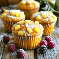 - 1 Tasse Weizenmehl - 1 Tasse Vollkornmehl - 1 Tasse Kristallzucker - 1/2 Tasse brauner Zucker, fest gepackt - 2 Teelöffel Backpulver Die Hauptzutaten sind wichtig für die Textur der Muffins. Weizenmehl gibt die Basis. Vollkornmehl bringt mehr Nährstoffe. Kristallzucker und brauner Zucker sorgen für Süße und Feuchtigkeit. Backpulver macht die Muffins schön luftig. - 1 Teelöffel gemahlener Zimt - 1/2 Teelöffel Salz - 1/2 Tasse Pflanzenöl - 3 große Eier - 1 Teelöffel Vanilleextrakt Zimt bringt ein warmes Aroma. Salz hebt die Süße hervor. Pflanzenöl macht die Muffins saftig. Eier binden alles gut zusammen und geben Struktur. Vanilleextrakt fügt einen feinen Geschmack hinzu. - 1 1/2 Tassen geriebene Karotten (ca. 3 mittlere Karotten) - 1/2 Tasse zerdrückte Ananas, abgetropft - 1/2 Tasse ungesüßte Kokosraspeln - 1/2 Tasse gehackte Walnüsse (optional) - 1/2 Tasse Rosinen oder getrocknete Cranberries Die Füllungen machen die Muffins besonders. Karotten bringen Feuchtigkeit und Süße. Ananas gibt einen fruchtigen Kick. Kokosraspeln fügen Textur hinzu. Walnüsse sind knusprig und lecker. Rosinen oder Cranberries bringen eine süße Note. Wenn Sie mehr Abwechslung wollen, probieren Sie diese mit verschiedenen Füllungen. Für das vollständige Rezept, schauen Sie sich das Full Recipe an. Zuerst heizen Sie Ihren Ofen auf 175°C vor. Dies sorgt für eine gleichmäßige Wärme. Legen Sie dann ein Muffinblech mit Papierförmchen aus. Alternativ können Sie es mit Sprühfett einfetten. In einer großen Schüssel mischen Sie die beiden Mehlsorten. Fügen Sie den Kristallzucker und den braunen Zucker hinzu. Geben Sie dann das Backpulver, den Zimt und das Salz dazu. Rühren Sie alles gut um, bis es gleichmäßig verteilt ist. In einer separaten Schüssel verrühren Sie das Pflanzenöl, die Eier und den Vanilleextrakt. Mischen Sie alles gut, bis die Mischung glatt ist. Gießen Sie nun die feuchten Zutaten zu den trockenen Zutaten. Rühren Sie vorsichtig, bis alles gerade so verbunden ist. Jetzt kommen die interessantesten Teile! Fügen Sie die geriebenen Karotten, die zerdrückte Ananas und die Kokosraspeln hinzu. Wenn Sie möchten, können Sie auch Walnüsse und Rosinen oder Cranberries hinzufügen. Falten Sie die Zutaten vorsichtig unter, damit der Teig luftig bleibt. Nutzen Sie einen Löffel oder einen Eisportionierer, um den Teig in die Muffinförmchen zu füllen. Füllen Sie jedes Förmchen etwa zu 3/4 voll. Backen Sie die Muffins für 20 bis 22 Minuten. Ein Zahnstocher sollte sauber herauskommen, wenn die Muffins fertig sind. Lassen Sie die Muffins fünf Minuten im Blech abkühlen. Danach setzen Sie sie auf ein Kuchengitter, um vollständig abzukühlen. Servieren Sie die Muffins warm auf einem hübschen Teller. Eine Prise Puderzucker und frische Beeren machen die Präsentation perfekt. Für das vollständige Rezept schauen Sie sich das Full Recipe an. Um die besten Muffins zu backen, ist das Mischen wichtig. Ich beginne oft mit den trockenen Zutaten. Das Mehl, der Zucker und die Gewürze sollten gut vermischt werden. So sorgt man für einen gleichmäßigen Geschmack. Dann kommen die feuchten Zutaten dazu. Ich füge sie langsam hinzu und falte sie leicht unter. So bleiben die Muffins fluffig. Übermixen ist ein häufiger Fehler. Wenn Sie zu lange rühren, werden die Muffins hart. Mischen Sie nur so lange, bis alles verbunden ist. Ein paar Klumpen sind okay. Das sorgt für eine schöne, lockere Textur. Die Backzeit ist entscheidend für den perfekten Muffin. Der Ofen sollte auf 175°C vorgeheizt werden. Normalerweise backe ich die Muffins 20 bis 22 Minuten. Aber jeder Ofen ist anders. Um sicher zu gehen, mache ich den Zahnstocher-Test. Stecken Sie einen Zahnstocher in die Mitte eines Muffins. Wenn er sauber herauskommt, sind die Muffins fertig. Andernfalls backen Sie sie ein paar Minuten länger. Ein häufiger Fehler ist, zu feuchte Zutaten zu verwenden. Zu viel Ananas oder Öl kann die Muffins schwer machen. Ich achte darauf, die Ananas gut abzutropfen. Auch das Timing ist wichtig. Muffins nicht zu lange backen! Wenn sie zu braun werden, sind sie trocken. Nehmen Sie sie rechtzeitig aus dem Ofen. So bleiben sie saftig und lecker. {{image_4}} Du kannst deine Morning Glory Muffins gesünder machen. Benutze Vollkornmehl anstelle von normalem Mehl. Vollkornmehl gibt den Muffins mehr Ballaststoffe und Nährstoffe. Du kannst auch Süßstoffe wie Honig oder Agavendicksaft verwenden, um den Zucker zu reduzieren. Eine weitere Möglichkeit ist, Füllungen wie Zucchini oder Apfelmus hinzuzufügen. Diese Zutaten machen die Muffins saftiger und fügen zusätzliche Vitamine hinzu. Wenn du eine vegane Version der Muffins möchtest, gibt es einfache Alternativen. Du kannst Eier durch Apfelmus oder Leinsamen ersetzen. Diese ersetzen die Bindung, die Eier bieten. Verwende auch pflanzliche Öle wie Kokosöl oder Sonnenblumenöl. So bleiben die Muffins lecker und vegan. Du kannst mit den Geschmäckern der Muffins spielen. Füge Schokoladenstückchen hinzu, um eine süße Note zu bekommen. Diese passen gut zu den Karotten und Ananas. Gewürze wie Muskatnuss oder Ingwer geben den Muffins einen zusätzlichen Kick. Experimentiere mit verschiedenen Kombinationen, um deinen perfekten Muffin zu finden. Schau dir auch das Full Recipe für mehr Ideen an! Muffins sind ein beliebtes Frühstück oder Snack. Sie können sie leicht lagern. Sie haben zwei Hauptoptionen: den Kühlschrank oder die Raumtemperatur. - Kühlschrank: Muffins bleiben frisch, wenn Sie sie in den Kühlschrank legen. Dies verlängert ihre Haltbarkeit. Wickeln Sie die Muffins in Frischhaltefolie oder legen Sie sie in einen luftdichten Behälter. - Raumtemperatur: Wenn Sie die Muffins innerhalb von zwei Tagen essen, können Sie sie bei Raumtemperatur aufbewahren. Packen Sie sie in einen Behälter, der luftdicht ist. So bleiben sie weich und lecker. Das Einfrieren von Muffins ist eine gute Idee. So haben Sie immer einen Snack zur Hand. - Wie man Muffins einfriert: Lassen Sie die Muffins zuerst abkühlen. Wickeln Sie sie dann einzeln in Frischhaltefolie. Legen Sie die eingewickelten Muffins in einen Gefrierbeutel oder -behälter. So schützen Sie sie vor Frostschäden. - Auftaumethoden: Zum Auftauen können Sie die Muffins einfach in den Kühlschrank legen oder sie bei Raumtemperatur stehen lassen. Eine schnelle Methode ist, sie kurz in die Mikrowelle zu legen. Die Haltbarkeit von Muffins hängt von der Lagerung ab. Hier sind einige Tipps zur Vermeidung von Verderb: - Lagern Sie Muffins an einem kühlen, trockenen Ort. - Verwenden Sie immer saubere Hände oder Utensilien, um die Muffins zu berühren. Achten Sie auf diese Zeichen für Verderbtheit: - Muffins haben einen seltsamen Geruch. - Die Oberfläche sieht trocken oder schimmelig aus. - Sie schmecken nicht mehr frisch. Wenn Sie diese Tipps befolgen, bleiben Ihre Morning Glory Muffins länger lecker. Für das vollständige Rezept, sehen Sie sich das Full Recipe an! Die Muffins sind bei richtiger Lagerung bis zu einer Woche haltbar. Bewahre sie in einem luftdichten Behälter auf, um ihre Frische zu erhalten. Wenn du sie länger aufbewahren möchtest, kannst du sie auch einfrieren. So bleiben sie bis zu drei Monate gut. Ja, du kannst die Muffins ganz nach deinem Geschmack anpassen. Füge zum Beispiel Nüsse, Schokoladenstückchen oder verschiedene Trockenfrüchte hinzu. Du kannst auch die Karotten durch Zucchini ersetzen oder etwas Apfelmus hinzufügen. Sei kreativ! Diese Muffins sind lecker mit Marmelade, frischer Butter oder Frischkäse. Du kannst sie auch mit einem Glas kalter Milch oder einem heißen Tee genießen. Die Kombination bringt den Geschmack der Muffins perfekt zur Geltung. Um glutenfreie Muffins zu machen, ersetze das Weizenmehl durch eine glutenfreie Mehlmischung. Achte darauf, dass alle anderen Zutaten ebenfalls glutenfrei sind. So kannst du diese leckeren Muffins auch ohne Gluten genießen. Reduziere einfach die Menge an Kristall- und braunem Zucker. Du kannst auch Süßstoffe wie Stevia oder Erythrit verwenden. Probiere es aus und finde die perfekte Süße für deinen Geschmack. Du findest das vollständige Rezept in diesem Artikel. Es gibt dir eine genaue Anleitung, wie du die Muffins zubereiten kannst. Die Zubereitung von Muffins ist einfach und macht Spaß. Wir begannen mit den Hauptzutaten, die gut kombiniert werden müssen. Dann kamen die feuchten Zutaten und die Füllungen hinzu. Tipps helfen, perfekte Muffins zu backen und häufige Fehler zu vermeiden. Es gibt auch Variationen, wie gesunde oder vegane Muffins. Denke an die Lagerung, damit sie frisch bleiben. Mit diesen Informationen bist du bereit, leckere Muffins zu backen. Sei kreativ und probiere neue Füllungen aus!