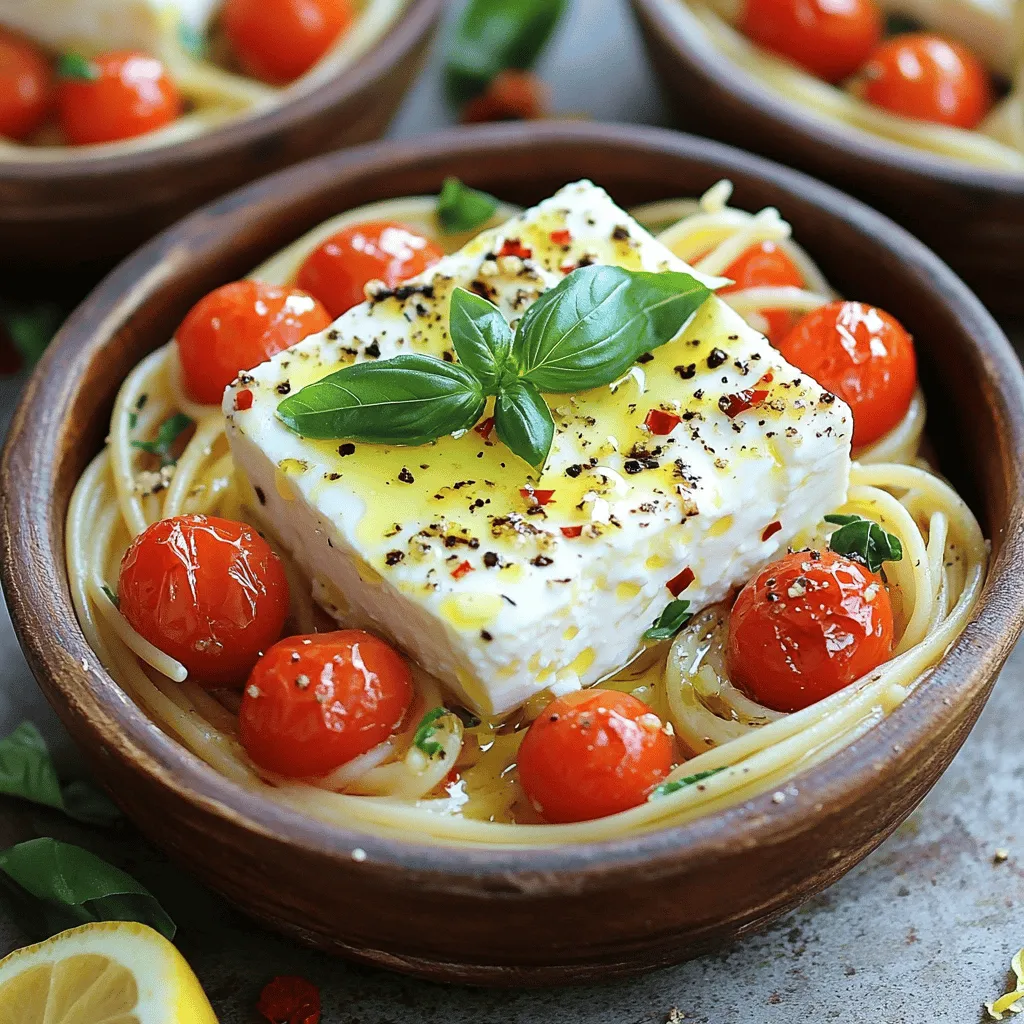 Um die köstliche Feta Pasta zuzubereiten, benötigen wir folgende Zutaten: - 1 Block (200 g) Feta-Käse - 500 ml Kirschtomaten, halbiert - 4 Zehen Knoblauch, fein gehackt - 60 ml Olivenöl - 1 Teelöffel getrockneter Oregano - Salz und Pfeffer nach Geschmack - 340 g Pasta (Penne oder Fusilli eignen sich hervorragend) - 125 ml frisches Basilikum, gehackt - Schale von 1 Zitrone - Saft von 1/2 Zitrone - Rote Paprikaflocken (optional, für etwas Schärfe) Diese Menge reicht für vier Personen. Es ist perfekt für ein schnelles Abendessen oder ein Treffen mit Freunden. Die Kombination aus Feta und Tomaten macht diese Pasta zu einem echten Highlight. Falls du einige Zutaten nicht zur Hand hast, gibt es tolle Alternativen: - Verwende einen anderen Käse wie Ricotta oder Ziegenkäse anstelle von Feta. - Du kannst frische Tomaten anstelle von Kirschtomaten nutzen. - Wenn du keinen Knoblauch magst, lasse ihn einfach weg oder ersetze ihn durch Knoblauchpulver. - Für eine vegane Variante kannst du die Pasta ohne Käse zubereiten und stattdessen mehr Gemüse hinzufügen. Diese Anpassungen helfen dir, die Feta Pasta nach deinem Geschmack zu gestalten. Schau dir auch die [Full Recipe] an, um die genaue Zubereitung zu sehen! Zuerst musst du alle Zutaten bereitstellen. Du brauchst folgende Dinge: - 1 Block (200 g) Feta-Käse - 500 ml Kirschtomaten, halbiert - 4 Zehen Knoblauch, fein gehackt - 60 ml Olivenöl - 1 Teelöffel getrockneter Oregano - Salz und Pfeffer nach Geschmack - 340 g Pasta (Penne oder Fusilli) - 125 ml frisches Basilikum, gehackt - Schale von 1 Zitrone - Saft von 1/2 Zitrone - Rote Paprikaflocken (optional) Stelle sicher, dass du alles gründlich wäschst. Halbiere die Kirschtomaten und hacke den Knoblauch. So bist du gut vorbereitet. Jetzt heizt du deinen Ofen auf 200°C vor. Nimm eine große Auflaufform und lege den Feta in die Mitte. Um den Feta herum kommen die halbierten Tomaten. Streue den gehackten Knoblauch, das Olivenöl, den Oregano, Salz und Pfeffer gleichmäßig darüber. Mische alles sanft. Schiebe die Form in den Ofen und backe sie für 25 bis 30 Minuten. Der Feta wird weich und die Tomaten blubbern. Der Duft wird köstlich sein! Während das im Ofen ist, koche die Pasta. Folge den Anweisungen auf der Verpackung. Wenn die Pasta al dente ist, lass sie abtropfen. Bewahre 125 ml vom Nudelwasser auf. Wenn der Feta und die Tomaten fertig sind, nimm die Form aus dem Ofen. Rühre alles gut durch, um eine cremige Sauce zu bekommen. Füge dann die gekochte Pasta hinzu und vermenge alles gründlich. Wenn die Sauce zu dick ist, gib etwas vom reservierten Nudelwasser dazu. Jetzt kommt das Beste: Rühre das gehackte Basilikum, die Zitronenschale und den Zitronensaft ein. Mische alles gut und schmecke es ab. Füge nach Belieben mehr Salz, Pfeffer und Paprikaflocken hinzu. Serviere die Pasta heiß und genieße deine Feta Pasta Fiesta! Du kannst die Portionen in Schalen anrichten und mit frischem Basilikum garnieren. Um den Geschmack Ihrer Feta Pasta zu verbessern, nutzen Sie frische Zutaten. Wählen Sie reife Kirschtomaten. Diese sind süßer und saftiger. Achten Sie auch auf hochwertigen Feta-Käse. Er verleiht der Pasta einen kräftigen Geschmack. Experimentieren Sie mit frischen Kräutern. Basilikum, Petersilie oder Thymian bringen Frische. Fügen Sie einen Spritzer Zitronensaft zu der fertigen Pasta hinzu. Dies hebt die Aromen hervor und macht sie lebendig. Ein häufiger Fehler ist das Überbacken des Fetas. Achten Sie darauf, dass der Feta nicht zu sehr bräunt. Er sollte weich, aber nicht ausgetrocknet sein. Ein weiterer Fehler ist das zu frühe Hinzufügen der Pasta zur Sauce. Warten Sie, bis die Sauce gleichmäßig cremig ist. Verwenden Sie auch nicht zu viel Nudelwasser auf einmal. Es ist besser, nach Bedarf zuzufügen, bis die gewünschte Konsistenz erreicht ist. Und vergessen Sie nicht, die Gewürze nach dem Mischen zu probieren. So stellen Sie sicher, dass alles perfekt gewürzt ist. Servieren Sie Ihre Feta Pasta in schönen Schalen. Das Auge isst mit! Garnieren Sie die Teller mit frischem Basilikum. Ein Spritzer Olivenöl macht das Gericht noch ansprechender. Wenn Sie einen besonderen Anlass haben, fügen Sie geröstete Pinienkerne hinzu. Diese sorgen für einen tollen Crunch. Für einen Hauch von Schärfe streuen Sie einige rote Paprikaflocken oben drauf. Das gibt der Pasta eine spannende Note. Folgt dem Rezept für eine perfekte Feta Pasta Fiesta! {{image_4}} Die Feta Pasta ist sehr vielfältig. Sie können sie nach Ihrem Geschmack anpassen. Hier sind einige einfache Ideen. Sie können die Feta Pasta ganz einfach vegetarisch machen. Verwenden Sie mehr Gemüse. Zucchini, Paprika oder Spinat passen gut. Sie sorgen für Geschmack und Farbe. Zerkleinern Sie das Gemüse und mischen Sie es mit den Tomaten. So wird das Gericht noch gesünder und bunter. Möchten Sie mehr Protein? Fügen Sie Hühnchen oder Garnelen hinzu. Einfach das Fleisch braten und mit der Pasta vermischen. Für eine vegetarische Option können Sie Kichererbsen verwenden. Sie sind nahrhaft und lecker. So wird das Gericht nahrhafter und sättigender. Für eine glutenfreie Feta Pasta wählen Sie glutenfreie Pasta. Es gibt viele gute Sorten aus Linsen oder Reis. Diese Pasta ist leicht zu finden. Kochen Sie sie wie normale Pasta. So kann jeder das Gericht genießen, auch mit Glutenunverträglichkeit. Diese Varianten machen das Rezept noch spannender. Durch die Anpassungen bleibt es frisch und abwechslungsreich. Probieren Sie verschiedene Kombinationen aus! Um Ihre Feta Pasta frisch zu halten, lassen Sie das Gericht zuerst abkühlen. Danach füllen Sie die Reste in einen luftdichten Behälter. Sie können die Pasta bis zu drei Tage im Kühlschrank aufbewahren. Verwenden Sie kleine Behälter, um Portionen zu trennen. So haben Sie immer eine schnelle Mahlzeit zur Hand. Um die Feta Pasta aufzuwärmen, geben Sie sie in einen Topf. Fügen Sie einen Esslöffel Wasser oder etwas Olivenöl hinzu. Erhitzen Sie die Mischung bei niedriger Hitze. Rühren Sie gut um, damit die Sauce cremig bleibt. Alternativ können Sie die Pasta auch in der Mikrowelle aufwärmen. Decken Sie den Behälter mit einem Deckel ab, um ein Austrocknen zu vermeiden. Die Feta Pasta bleibt im Kühlschrank etwa drei Tage frisch. Nach dieser Zeit kann der Geschmack nachlassen und die Textur wird weniger angenehm. Achten Sie auf Anzeichen von Verderb, wie einen unangenehmen Geruch oder Schimmel. Genießen Sie die Reste solange sie frisch sind. Die Feta Pasta schmeckt cremig und reichhaltig. Der Feta-Käse wird beim Backen weich und gibt einen tollen Geschmack ab. Die Kirschtomaten werden süß und saftig. Zusammen mit dem Knoblauch und dem Oregano entsteht ein harmonisches Aroma. Der Zitronensaft bringt eine frische Note. Das Gericht ist perfekt gewürzt und hat eine schöne Balance. Ja, frische Kräuter sind eine großartige Wahl! Basilikum und Oregano frisch zu verwenden, hebt den Geschmack. Frische Kräuter geben mehr Aroma als getrocknete. Fügen Sie sie am Ende der Zubereitung hinzu, um ihren vollen Geschmack zu erhalten. Sie können auch Petersilie oder Thymian probieren. Experimentieren Sie gerne mit verschiedenen Kräutern! Die gesamte Zubereitungszeit beträgt etwa 40 Minuten. Die Vorbereitungszeit ist nur 10 Minuten. Während der Feta und die Tomaten im Ofen sind, kochen Sie die Pasta. Das Timing ist einfach und macht das Kochen leicht. Dieses Gericht ist schnell und perfekt für ein schnelles Abendessen. Die Feta Pasta ist ein einfaches und leckeres Gericht. Wir haben die Zutaten und ihre Mengen für vier Portionen besprochen. Du kannst auch Zutaten ersetzen, was dir gefällt. Mit der Schritt-für-Schritt-Anleitung gelingen dir die besten Ergebnisse. Tipps helfen dir, häufige Fehler zu vermeiden. Variationen bieten mehr Vielfalt, ob vegetarisch oder glutenfrei. Vergiss nicht, die Reste richtig zu lagern. Zusammenfassend ist Feta Pasta schnell und schmackhaft, ideal für jeden Tag. Probiere sie aus und genieße!