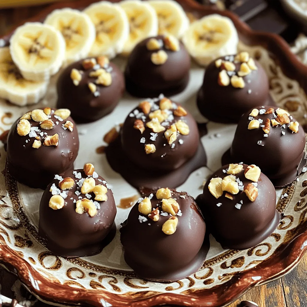 - 2 reife Bananen - 1/2 Tasse cremige Erdnussbutter - 1 Tasse Zartbitterschokoladenstückchen Die Hauptzutaten sind einfach zu bekommen. Wähle reife Bananen, damit sie süß sind. Erdnussbutter gibt den Häppchen einen tollen Geschmack. Zartbitterschokolade sorgt für die perfekte Süße. - 1 Esslöffel Kokosnussöl - 1/4 Tasse gehackte Nüsse (z.B. Mandeln oder Walnüsse) - Meersalz zum Bestreuen Zusätzliche Zutaten bringen mehr Textur und Geschmack. Das Kokosnussöl hilft der Schokolade, glatt zu werden. Die gehackten Nüsse fügen einen knusprigen Biss hinzu. Ein Hauch von Meersalz hebt den Geschmack hervor. - Kalorien und Makronährstoffe pro Portion: Etwa 100 Kalorien pro Stück. - Gesundheitsvorteile der Zutaten: Bananen sind reich an Kalium. Erdnussbutter liefert gesunde Fette. Schokolade kann die Stimmung heben. Nüsse enthalten Vitamine und Mineralien. Diese Kombination ist nicht nur lecker, sondern auch nahrhaft. Wenn du mehr über die Nährstoffe erfahren möchtest, schau dir das [Full Recipe] an. Zuerst schälen Sie zwei reife Bananen. Dann schneiden Sie die Bananen in etwa 1,5 cm dicke Scheiben. Diese Scheiben sind perfekt für die Sandwiches. Jetzt teilen Sie 1/2 Tasse cremige Erdnussbutter auf. Geben Sie etwa 1 Teelöffel Erdnussbutter auf die Hälfte der Bananenscheiben. Decken Sie die Bananenscheiben mit Erdnussbutter mit den restlichen Bananenscheiben ab. So formen Sie kleine Sandwiches. Legen Sie die Bananensandwiches auf ein Backblech, das mit Backpapier ausgelegt ist. Stellen Sie die Sandwiches für 15 bis 20 Minuten in den Gefrierschrank. So werden sie fest und leicht zu handhaben. In der Zwischenzeit bereiten Sie die Schokolade vor. Nehmen Sie 1 Tasse Zartbitterschokoladenstückchen und 1 Esslöffel Kokosnussöl. Geben Sie die Schokolade und das Öl in eine mikrowellengeeignete Schüssel. Erhitzen Sie die Mischung in der Mikrowelle. Machen Sie dies in Intervallen von 30 Sekunden. Rühren Sie zwischendurch um, bis die Schokolade glatt und geschmolzen ist. Mit diesen einfachen Schritten sind Sie bereit, Ihre Schokoladen-Erdnussbutter-Bananenhäppchen zuzubereiten. Sie können die vollständige Anleitung im Full Recipe finden. Um die perfekte Konsistenz zu erreichen, ist die Schokoladentechnik wichtig. Schmelze die Schokolade in kurzen Intervallen. Rühre zwischen den Intervallen um. So vermeidest du, dass die Schokolade anbrennt und klumpig wird. Die Bananenscheiben sollten nicht zu dick sein. Schneide sie in 1/2 Zoll dicke Stücke. Dünnere Scheiben lassen sich leichter dippen und erhalten eine bessere Schokoladenbeschichtung. Die Auswahl der Nüsse ist entscheidend. Mandeln oder Walnüsse bringen viele Vorteile. Sie sind reich an gesunden Fetten und Proteinen. Diese Nüsse ergänzen den Geschmack von Erdnussbutter und Schokolade. Du kannst auch alternative Süßungsmittel nutzen. Honig oder Ahornsirup sind gute Optionen. Diese Süßstoffe fügen einen anderen Geschmack hinzu und sind oft gesünder als Zucker. Die Präsentation macht einen großen Unterschied. Arrangiere die Häppchen auf einem dekorativen Teller. Füge frische Bananenscheiben hinzu für mehr Farbe. Ein Spritzer geschmolzene Schokolade neben den Häppchen sieht toll aus. Wenn du Gäste hast, serviere die Bananenhäppchen auf einem Buffet. Stelle sie in kleinen Portionen bereit. So können die Gäste leicht zugreifen und genießen. Für das vollständige Rezept, schau dir die Anleitung für die Schokoladen-Erdnussbutter-Bananenhäppchen an. {{image_4}} Für jeden gibt es eine Lösung! Wenn jemand allergisch auf Nüsse reagiert, gibt es tolle Alternativen zur Erdnussbutter. Eine gute Wahl ist Sonnenblumenbutter. Diese hat einen ähnlichen Geschmack und eine cremige Textur. Veganer Schokolade ist eine weitere großartige Option. Diese Schokolade enthält keine Milchprodukte und schmeckt dennoch köstlich. So können auch Veganer die Schokoladen-Erdnussbutter-Bananenhäppchen genießen. Zimt oder Vanille können die Häppchen aufpeppen. Ein kleiner Schuss Zimt gibt einen warmen, würzigen Geschmack. Vanille bringt eine süße Note und passt perfekt dazu. Experimentiere mit verschiedenen Schokoladesorten! Dunkle Schokolade hat einen starken Geschmack. Milchschokolade ist süßer und cremiger. Probiere auch weiße Schokolade für eine ganz andere Erfahrung. Möchtest du kleine Häppchen für Kinder? Schneide die Bananen in dünnere Scheiben. So sind sie leichter zu essen und perfekt für kleine Hände. Für Partys kannst du große Häppchen machen. Diese sind toll für ein Süßigkeitenbuffet. Stelle die großen Häppchen auf einem schönen Teller bereit und beobachte, wie sie schnell verschwinden! Für das vollständige Rezept, schau dir die detaillierte Anleitung an. Bewahre die Schokoladen-Erdnussbutter-Bananenhäppchen in einem luftdichten Behälter auf. So bleiben sie frisch und lecker. Die Häppchen halten sich im Kühlschrank bis zu einer Woche. Das ist ideal, wenn du sie für Snacks oder Desserts brauchst. Wenn du mehr Zeit sparen willst, friere die Häppchen ein. Lege sie einfach auf ein Backblech und stelle sie für etwa zwei Stunden in den Gefrierer. Danach kannst du sie in einen Gefrierbeutel umfüllen. So bleiben sie bis zu drei Monate haltbar. Nach dem Auftauen sind sie perfekt für einen schnellen Snack oder Dessert. Um die Schokoladenglasur nach dem Auftauen wieder schön zu machen, erwärme sie vorsichtig in der Mikrowelle. Mache das in kurzen Intervallen von 10 bis 15 Sekunden. So bleibt die Schokolade glatt und glänzend. Du kannst die Häppchen einfach nach Bedarf genießen. Das Rezept für die Schokoladen-Erdnussbutter-Bananenhäppchen findest du hier: [Full Recipe]. Schokoladen-Bananen-Häppchen sind bei richtiger Lagerung bis zu einer Woche haltbar. Lagere sie in einem luftdichten Behälter im Kühlschrank. So bleiben sie frisch und lecker. Wenn du die Häppchen einfrierst, halten sie bis zu drei Monate. Achte darauf, sie in einem gefrierfesten Behälter zu verpacken. So bleiben sie schmackhaft und behalten ihre Textur. Ja, du kannst andere Früchte ausprobieren. Äpfel, Erdbeeren oder Birnen könnten gut passen. Wähle Früchte, die gut mit Schokolade harmonieren. Achte darauf, dass die Früchte nicht zu saftig sind, um die Konsistenz der Häppchen zu bewahren. Experimentiere mit verschiedenen Kombinationen, um deinen Favoriten zu finden. Ja, dieses Rezept bietet gesunde Fette und viele Nährstoffe. Erdnussbutter liefert Proteine, während Bananen Ballaststoffe und Vitamine bieten. Die dunkle Schokolade enthält Antioxidantien. So ist dieser Snack eine gute Wahl, wenn du etwas Süßes möchtest. Achte darauf, die Portionen zu kontrollieren, um den Genuss zu maximieren. Du kannst die Schokoladen-Bananen-Häppchen mit Eis servieren. Eine Kugel Vanille- oder Schokoladeneis passt wunderbar dazu. Du kannst auch frische Beeren hinzufügen, um Farbe und Geschmack zu steigern. Eine Prise Zimt oder Karamellsauce kann ebenfalls eine spannende Note hinzufügen. So wird dein Dessert zu einem echten Highlight. Für das vollständige Rezept gehe bitte zu [Full Recipe]. Zusammenfassend beinhaltet dieses Rezept einfache Zutaten und eine klare Schritt-für-Schritt-Anleitung für köstliche Schokoladen-Bananen-Häppchen. Ich hoffe, du probierst die Tipps für optimale Konsistenz und Geschmack aus. Diese kleinen Leckereien sind nicht nur gesund, sondern auch vielseitig. Du kannst kreativ sein und verschiedene Aromen und Portionen ausprobieren. Denk daran, dass die Aufbewahrung auch wichtig ist, damit du länger Freude daran hast. Lass deiner Fantasie freien Lauf und genieße die Zubereitung dieser Snacks.