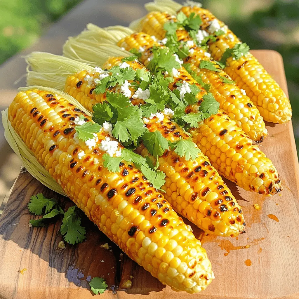 Für dieses Rezept benötigen Sie folgende Hauptzutaten: - 4 frische Maiskolben, geschält - 2 Esslöffel Olivenöl - 1 Teelöffel Chiliflocken - 1/2 Teelöffel geräucherter Paprika - 1/2 Teelöffel Knoblauchpulver - Schale von 1 Limette - Saft von 2 Limetten - Salz nach Geschmack - Frischer Koriander zur Garnierung - Zerbröckelter Cotija-Käse (optional) Diese Zutaten bringen den perfekten Mix aus süßem, scharfen und saftigen Aromen. Der Mais ist die Hauptattraktion und sorgt für einen saftigen Biss. Zusätzlich zu den Hauptzutaten können Sie die Aromen noch weiter anpassen. Versuchen Sie, frische Kräuter wie Petersilie oder Basilikum hinzuzufügen. Ein Spritzer Worcestershire-Soße kann auch eine schöne Tiefe geben. Wenn Sie spezielle Diäten beachten, gibt es Alternativen. Für eine vegane Version können Sie den Cotija-Käse weglassen oder durch einen pflanzlichen Käse ersetzen. Verwenden Sie auch glutenfreies Olivenöl, falls nötig. So bleibt das Gericht für alle zugänglich und lecker. Für die vollständige Zubereitung schauen Sie sich bitte das [Full Recipe] an. Um die Maiskolben vorzubereiten, ziehe zuerst die Hülle ab. Entferne die feinen Seidenfäden, die an den Kolben haften. Spüle die Kolben gründlich unter Wasser ab. Tupfe sie dann mit einem sauberen Handtuch trocken. In einer kleinen Schüssel mische die folgenden Zutaten: - 2 Esslöffel Olivenöl - 1 Teelöffel Chiliflocken - 1/2 Teelöffel geräucherter Paprika - 1/2 Teelöffel Knoblauchpulver - Schale von 1 Limette - Saft von 2 Limetten - Salz nach Geschmack Rühre alle Zutaten gut um, bis sie eine homogene Marinade bilden. Diese Marinade gibt dem Mais seinen tollen Geschmack. Bewahre etwas Marinade auf, um den Mais beim Grillen zu pinseln. Heize deinen Grill auf mittelhohe Temperatur vor. Lege die vorbereiteten Maiskolben direkt auf den Grillrost. Grille die Kolben für etwa 15-20 Minuten. Drehe sie alle 3-5 Minuten, damit sie gleichmäßig garen. Pinsle den Mais regelmäßig mit der zurückbehaltenen Marinade. Wenn der Mais goldbraun und zart ist, nimm ihn vom Grill. Lass die Kolben eine Minute abkühlen, bevor du sie servierst. Garniere sie mit frischem Koriander und zerbröckeltem Cotija-Käse. Jetzt sind deine Chili Lime gegrillten Maiskolben bereit zum Genießen! Für das vollständige Rezept, schau dir den [Full Recipe] an. Die ideale Grilltemperatur für Chili Lime gegrillten Mais liegt bei mittelhoch. Das bedeutet etwa 200 bis 230 Grad Celsius. Diese Temperatur sorgt dafür, dass der Mais schön gart, ohne zu verbrennen. Grillen Sie die Kolben für 15 bis 20 Minuten. Drehen Sie sie alle 3 bis 5 Minuten. So erhalten Sie eine gleichmäßige Bräunung und den perfekten Geschmack. Jeder hat einen anderen Geschmack. Fühlen Sie sich frei, die Gewürze anzupassen. Wenn Sie es schärfer mögen, fügen Sie mehr Chiliflocken hinzu. Für eine mildere Variante reduzieren Sie die Menge. Sie können auch andere Gewürze probieren, wie Kreuzkümmel oder Limettenzesten. Spielen Sie mit den Zutaten, um Ihre perfekte Mischung zu finden. Servieren Sie den gegrillten Mais auf einer schönen Platte. Garnieren Sie ihn mit frischem Koriander und Limettenschnitzen. Das sieht nicht nur toll aus, sondern bringt auch zusätzlichen Geschmack. Optional können Sie zerbröckelten Cotija-Käse darüber streuen. Dieser Käse ergänzt die Gewürze perfekt. Genießen Sie den Mais warm, direkt nach dem Grillen, für das beste Erlebnis. Wenn Sie mehr über die Zubereitung erfahren möchten, schauen Sie sich das Full Recipe an. {{image_4}} Für einen extra Kick, füge Käse hinzu. Cotija ist perfekt. Er ist salzig und bröckelig. Du kannst ihn leicht über den heißen Mais streuen. Der Käse schmilzt leicht und gibt einen tollen Geschmack. Du kannst auch Feta oder Parmesan verwenden. Jede Käseart bringt ihren eigenen Charakter mit. Experimentiere gerne, um deinen Favoriten zu finden. Möchtest du eine vegane Option? Das ist ganz einfach! Lass einfach den Käse weg. Die Chili-Limetten-Marinade bleibt gleich und schmeckt auch ohne Käse großartig. Du kannst auch ein wenig Avocado hinzufügen. Sie bringt Cremigkeit und Frische. Eine gute Idee ist, die Avocado nach dem Grillen auf das Mais zu legen. Das gibt einen tollen Kontrast. Du kannst die Aromen nach Belieben anpassen. Frische Kräuter machen einen Unterschied. Probiere Basilikum oder Petersilie. Diese Kräuter bringen neue Geschmäcker. Auch andere Gewürze sind möglich. Füge mehr Chili hinzu, wenn du es scharf magst. Oder benutze Limettensaft für mehr Frische. Die Möglichkeiten sind endlos, also sei kreativ! Wenn Sie Mais übrig haben, lagern Sie ihn in einem luftdichten Behälter. So bleibt der Geschmack frisch. Sie können den Mais auch in Frischhaltefolie wickeln. Lagern Sie ihn im Kühlschrank. So bleibt er für einige Tage gut. Um den gegrillten Mais wieder aufzuwärmen, nutzen Sie den Grill oder die Mikrowelle. Auf dem Grill, legen Sie die Kolben bei mittlerer Hitze für etwa 5 Minuten. Drehen Sie sie regelmäßig, damit sie gleichmäßig warm werden. In der Mikrowelle, legen Sie den Mais auf einen Teller und decken Sie ihn ab. Erwärmen Sie ihn für 1-2 Minuten, bis er heiß ist. Der gegrillte Mais hält sich im Kühlschrank etwa 3-5 Tage. Nutzen Sie ihn in Salaten oder Tacos. Sie können auch eine leckere Mais-Suppe daraus machen. Reste sind nie langweilig! Um Mais richtig zu grillen, folge diesen Schritten: 1. Heize deinen Grill auf mittelhohe Temperatur vor. 2. Bereite die Maiskolben vor, indem du die Hülle entfernst und die Seide abspülst. 3. Bestreiche den Mais mit einer Marinade, wie in meinem Rezept. 4. Lege die Kolben direkt auf den Grill. 5. Drehe sie alle 3-5 Minuten, bis sie zart und goldbraun sind. So erreichst du einen tollen Geschmack und die perfekte Textur. Ja, du kannst gefrorenen Mais verwenden, aber frischer Mais ist besser. Gefrorener Mais hat oft weniger Geschmack. Wenn du gefrorenen Mais nimmst, tau ihn vorher auf. So wird die Marinade besser aufgenommen. Grill ihn dann wie gewohnt, aber achte auf die Zeit. Gefrorener Mais benötigt vielleicht etwas länger. Chili Lime gegrillter Mais passt super zu vielen Gerichten. Hier sind einige Ideen: - Gegrilltes Hühnchen oder Rindfleisch - Frischer Salat mit Avocado - Reis mit Limette und Koriander - Tortillas oder Nachos Diese Beilagen ergänzen den scharfen und frischen Geschmack des Mais. Chili Lime gegrillter Mais ist einfach herzustellen. Du wusstest jetzt, welche Zutaten nötig sind. Die Schritt-für-Schritt-Anleitung hilft dir beim Grillen. Mit den Tipps und Tricks schmeckt dein Mais perfekt. Es gibt auch Variationen, die das Rezept spannend machen. Vor allem die Aufbewahrung ist wichtig für Reste. Bleibe kreativ mit den Serviervorschlägen. Viel Spaß beim Grillen und Ausprobieren!