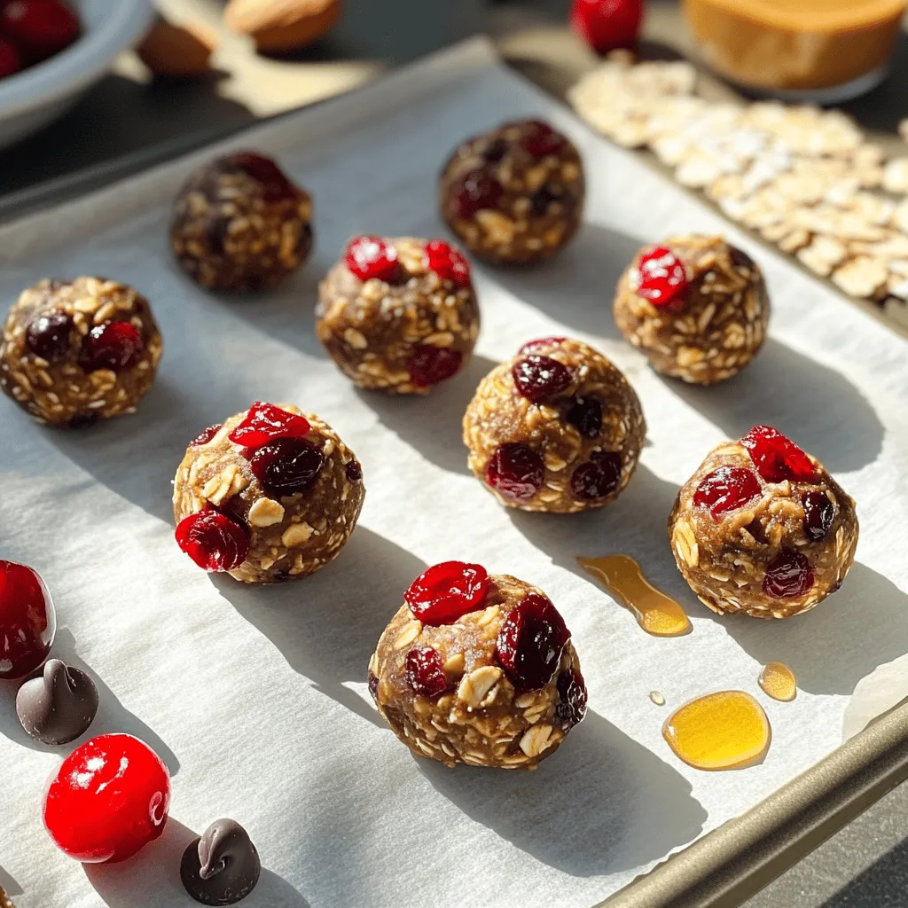 Um diese leckeren Kirschen-Schokoladen-Energie-Bällchen zu machen, benötigen Sie folgende Zutaten: - 1 Tasse Haferflocken - 1/2 Tasse Mandelbutter - 1/4 Tasse Honig oder Ahornsirup - 1/2 Tasse getrocknete Kirschen, grob gehackt - 1/3 Tasse Zartbitterschokoladenstückchen - 1/2 Teelöffel Vanilleextrakt - 1/4 Teelöffel Meersalz - 1 Esslöffel Chiasamen (optional) Diese Energie-Bällchen sind nicht nur lecker, sondern auch gesund. Sie liefern Energie und wichtige Nährstoffe. Eine Portion hat ungefähr: - Kalorien: 150 - Fett: 7 g - Kohlenhydrate: 20 g - Eiweiß: 4 g - Ballaststoffe: 3 g Die Kombination aus Haferflocken und Mandelbutter bietet langanhaltende Energie. Die Kirschen und Schokolade fügen natürliche Süße hinzu. Frische Zutaten machen einen großen Unterschied. Achten Sie auf folgende Punkte: - Getrocknete Kirschen: Wählen Sie solche ohne Zuckerzusatz. Sie sollten weich und saftig sein. - Mandelbutter: Achten Sie darauf, dass sie aus 100% Mandeln besteht, ohne Zusatzstoffe. - Haferflocken: Wählen Sie zertifizierte glutenfreie Haferflocken, wenn Sie eine Glutenunverträglichkeit haben. Frische Zutaten sorgen für den besten Geschmack und Nährwert in Ihren Kirschen-Schokoladen-Energie-Bällchen. Für das vollständige Rezept schauen Sie bitte auf den Bereich "Full Recipe". Die Vorbereitung für Kirschen-Schokoladen-Energie-Bällchen dauert nur 10 Minuten. Dies macht sie ideal für einen schnellen Snack. Halten Sie alle Zutaten bereit, bevor Sie beginnen. Das hilft, den Prozess schneller und einfacher zu gestalten. Wenn Sie frische Zutaten verwenden, schmecken die Bällchen noch besser. Achten Sie darauf, die Kirschen grob zu hacken, damit der Geschmack gleichmäßig verteilt wird. 1. Nehmen Sie eine große Rührschüssel und geben Sie die Haferflocken, Mandelbutter, Honig (oder Ahornsirup) und den Vanilleextrakt hinein. Rühren Sie die Mischung kräftig um, bis alles gut vermengt ist. 2. Fügen Sie nun die gehackten getrockneten Kirschen, die Zartbitterschokoladenstückchen, das Meersalz und die Chiasamen (falls gewünscht) zu der Mischung hinzu. Falten Sie alles vorsichtig zusammen, bis die Zutaten gleichmäßig verteilt sind. 3. Lassen Sie die Mischung für etwa 30 Minuten im Kühlschrank ruhen. Dies hilft dabei, die Mischung zu festigen und erleichtert das Formen der Bällchen. Nach dem Kühlen verwenden Sie Ihre Hände, um kleine Bällchen (ungefähr 2,5 cm Durchmesser) aus der Mischung zu formen. Legen Sie diese auf ein mit Backpapier ausgelegtes Backblech. Achten Sie darauf, dass die Bällchen gleichmäßig groß sind, damit sie gleichmäßig fest werden. Bewahren Sie die Energie-Bällchen in einem luftdichten Behälter im Kühlschrank für bis zu einer Woche auf oder frieren Sie sie für eine längere Haltbarkeit ein. Um die perfekten Energie-Bällchen zu machen, achte auf die richtigen Mengen. Verwende die Zutaten aus dem Rezept. Achte darauf, die Haferflocken gut mit der Mandelbutter zu vermengen. So bleibt die Mischung zusammen. Die Kirschen und Schokolade sollten gleichmäßig verteilt sein. Formen die Bällchen nach dem Kühlen. So haben sie die beste Konsistenz. Ein häufiger Fehler ist, die Mischung nicht ausreichend zu kühlen. Wenn du das nicht tust, lassen sich die Bällchen schwerer formen. Ein weiterer Fehler ist, zu viel Flüssigkeit hinzuzufügen. Dies kann die Bällchen matschig machen. Halte dich an die Mengen im Rezept. Wenn die Bällchen nicht halten, probiere mehr Haferflocken. Sie geben Stabilität. Du kannst die Süße und Textur anpassen. Wenn du es süßer magst, füge mehr Honig oder Sirup hinzu. Für weniger Süße kannst du die Menge reduzieren. Wenn du die Textur änderst, versuche Kokosraspeln oder Nüsse. Diese geben mehr Biss. Experimentiere mit den Zutaten. So findest du die perfekte Mischung für deinen Geschmack. {{image_4}} Energie-Bällchen sind sehr anpassbar. Du kannst verschiedene Zutaten hinzufügen, um neue Geschmäcker zu entdecken. Hier sind einige Ideen: - Nüsse: Füge 1/4 Tasse gehackte Nüsse hinzu. Mandeln oder Walnüsse passen gut. - Kokos: Ein Esslöffel ungesüßte Kokosraspel sorgt für einen tropischen Geschmack. - Gewürze: Eine Prise Zimt oder Muskatnuss gibt den Bällchen einen warmen, würzigen Kick. - Trockenfrüchte: Probiere getrocknete Aprikosen oder Cranberries für mehr Süße und Textur. Wenn du Allergien hast, gibt es viele Wege, die Rezeptur anzupassen. Hier sind einige Tipps: - Nussfrei: Verwende Sonnenblumenbutter anstelle von Mandelbutter. - Glutenfrei: Achte darauf, glutenfreie Haferflocken zu wählen. - Zuckerfrei: Ersetze Honig durch Agavendicksaft oder ein anderes Süßungsmittel. - Vegan: Verwende Ahornsirup und lass die Chiasamen weg, um den Ei-Ersatz zu vermeiden. Nutze die Saison, um frische Zutaten einzubringen. Hier sind einige saisonale Ideen: - Sommer: Frische Beeren wie Himbeeren oder Erdbeeren machen die Bällchen frisch und fruchtig. - Herbst: Füge Kürbispüree und etwas Kürbiskuchengewürz hinzu für einen herbstlichen Geschmack. - Winter: Verwende getrocknete Feigen oder Datteln für eine süße Note in den kalten Monaten. - Frühling: Mische frische Minze oder Basilikum für einen aufregenden Frischekick. Mit diesen Variationen kannst du Kirschen-Schokoladen-Energie-Bällchen nach deinem Geschmack gestalten. Die Möglichkeiten sind endlos! Um die Kirschen-Schokoladen-Energie-Bällchen frisch zu halten, verwenden Sie einen luftdichten Behälter. Stellen Sie sicher, dass der Behälter gut verschlossen ist. So bleiben die Bällchen weich und lecker. Sie können die Bällchen auch in Frischhaltefolie einwickeln. So sind sie gut geschützt. Im Kühlschrank bleiben die Energie-Bällchen bis zu einer Woche haltbar. Wenn Sie sie länger aufbewahren möchten, frieren Sie sie ein. Im Gefrierschrank halten sie bis zu drei Monate. Legen Sie die Bällchen in eine Gefrierbox, um Frostschäden zu vermeiden. Vor dem Essen können Sie sie einfach im Kühlschrank auftauen lassen. Für einen Snack unterwegs sind diese Bällchen perfekt. Verpacken Sie einige in eine kleine Dose oder einen Beutel. So können Sie sie leicht mitnehmen. So haben Sie immer einen gesunden Snack dabei. Diese Bällchen sind ideal für Schule, Arbeit oder Ausflüge. Genießen Sie sie überall! Kirschen-Schokoladen-Energie-Bällchen haben etwa 100 Kalorien pro Bällchen. Diese Zahl kann je nach Zutaten leicht variieren. Wenn Sie weniger Honig oder Schokolade verwenden, senken Sie die Kalorienzahl. Diese Bällchen sind ein nahrhafter Snack, der Energie gibt. Ja, Sie können die Bällchen leicht vegan machen. Ersetzen Sie den Honig durch Ahornsirup oder Agavendicksaft. Achten Sie darauf, dass die Schokolade vegan ist. So bleiben die Bällchen lecker und pflanzlich. Das macht sie für alle geeignet. Paketierte Kirschen-Schokoladen-Energie-Bällchen finden Sie in vielen Supermärkten. Suchen Sie im Snack- oder Gesundheitsbereich. Online können Sie sie ebenfalls bestellen. Achten Sie auf die Zutatenliste, um gesunde Optionen zu wählen. Kirschen-Schokoladen-Energie-Bällchen sind einfach zu machen und lecker. Wir haben die Zutaten und Schritte besprochen, um tolle Snacks zu zaubern. Du hast auch gelernt, wie man sie richtig lagert und anpasst, um verschiedene Geschmäcker zu treffen. Denk daran, frische Zutaten machen einen großen Unterschied. Experimentiere mit Variationen und genieße die Energie-Bällchen beim Sport oder als Snack. Diese kleinen Bällchen sind eine gesunde, leckere Wahl, die dich stark hält. Viel Spaß beim Ausprobieren!