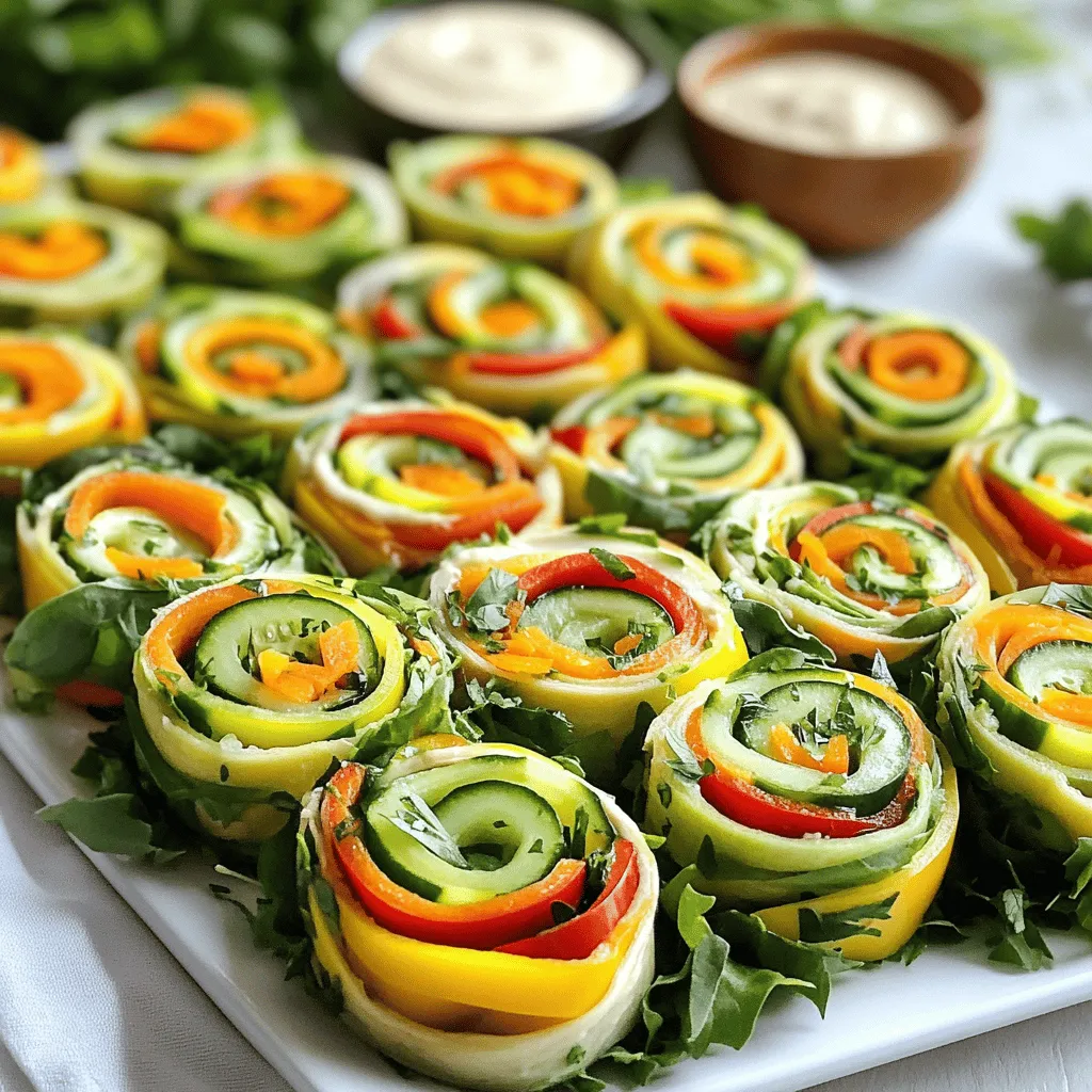 Für die Rainbow Veggie Pinwheels benötigst du folgende Grundzutaten: - 4 große Tortillas (Vollkorn oder Spinatgeschmack für zusätzliche Farbe) - 120 g Frischkäse, weich - 1 Esslöffel griechischer Joghurt - 1 Teelöffel Knoblauchpulver - 1/2 Teelöffel Salz - 1/4 Teelöffel schwarzer Pfeffer - 1/2 rote Paprika, dünn geschnitten - 1/2 gelbe Paprika, dünn geschnitten - 1 kleine Gurke, in Stifte geschnitten - 1 große Karotte, gerieben - 1 Tasse Blattgemüse (z. B. Spinat oder Rucola) - 1/4 Tasse schwarze Oliven, in Scheiben (optional) - Frische Kräuter wie Koriander oder Basilikum zur Garnierung (optional) Diese Zutaten sorgen für einen bunten und nahrhaften Snack. Wenn du spezielle Ernährungsbedürfnisse hast, gibt es tolle Alternativen: - Ersetze den Frischkäse durch veganen Frischkäse oder Avocado. - Nutze glutenfreie Tortillas, wenn du Gluten meiden musst. - Für einen proteinreichen Snack, füge Hummus oder Quark hinzu. - Tausche die Paprika gegen andere Gemüse wie Zucchini oder Radieschen aus. Diese Alternativen helfen dir, die Pinwheels nach deinem Geschmack anzupassen. Frisches Gemüse macht einen großen Unterschied. Hier sind einige Tipps: - Wähle knackige, leuchtende Paprika ohne Flecken. - Achte darauf, dass die Gurken fest und glänzend sind. - Karotten sollten fest und ohne Risse sein. - Blattgemüse sollte frisch und grün aussehen, ohne welken Stellen. Mit frischem Gemüse schmecken die Pinwheels einfach besser. Für das vollständige Rezept, schaue dir die [Full Recipe] an. Um die Frischkäsemischung zu machen, nehmen Sie eine kleine Schüssel. Geben Sie 120 g weichen Frischkäse, 1 Esslöffel griechischen Joghurt, 1 Teelöffel Knoblauchpulver, 1/2 Teelöffel Salz und 1/4 Teelöffel schwarzen Pfeffer hinein. Rühren Sie alles gut um, bis die Mischung schön cremig wird. Diese Mischung bringt einen tollen Geschmack zu den Pinwheels. Legen Sie eine große Tortilla auf eine saubere Fläche oder ein Schneidebrett. Verteilen Sie eine großzügige Schicht der Frischkäsemischung gleichmäßig über die Tortilla. Lassen Sie dabei einen kleinen Rand. Beginnen Sie dann mit dem Schichten der frischen Gemüse. Legen Sie eine Linie Blattgemüse, gefolgt von roten und gelben Paprikascheiben, Gurkenstiften und geriebener Karotte. Fügen Sie auch geschnittene schwarze Oliven hinzu, wenn Sie möchten. Rollen Sie die Tortilla vorsichtig von einem Ende zum anderen fest zusammen. Um die Pinwheels zu schneiden, verwenden Sie ein scharfes Messer. Schneiden Sie die gerollte Tortilla in mundgerechte Stücke, die etwa 2 bis 5 cm dick sind. Achten Sie darauf, dass die Füllungen beim Schneiden nicht herausfallen. Arrangement ist wichtig! Stellen Sie die Pinwheels auf eine Servierplatte und garnieren Sie sie mit frischen Kräutern für einen zusätzlichen Farbtupfer. Für das gesamte Rezept können Sie auf den Full Recipe-Link klicken. Um die Pinwheels gut zu rollen, lege die Tortilla flach auf eine saubere Fläche. Verteile die Frischkäsemischung gleichmäßig, aber lasse einen kleinen Rand. Beginne am Ende der Tortilla und rolle sie vorsichtig auf. Halte die Füllung fest, aber nicht zu fest, damit sie nicht herausquillt. Wenn du die Tortilla gut rollst, wird das Ergebnis schöner. Du kannst auch ein Stück Frischhaltefolie verwenden, um die Pinwheels straff zu rollen. Die Präsentation macht viel aus! Lege die Pinwheels auf eine große Platte. Ordne sie in einem Regenbogenmuster an. Das sieht toll und einladend aus. Du kannst auch frische Kräuter oder Gemüse um die Pinwheels legen, um das Bild zu verschönern. Eine kleine Schüssel mit Dip, wie Hummus oder Ranch-Dressing, kann helfen, die Farben hervorzuheben. Falls du Reste hast, kannst du sie gut nutzen. Bewahre die Pinwheels in einem luftdichten Behälter im Kühlschrank auf. Du kannst sie auch in kleine Stücke schneiden und als Snack für Kinder anbieten. Wenn die Füllung leer ist, verwende die Tortillas für Wraps oder andere Gerichte. So vermeidest du auch Lebensmittelverschwendung. {{image_4}} Wenn du eine vegane Option suchst, gibt es tolle Alternativen. Probiere pflanzlichen Frischkäse aus Nüssen oder Soja. Kokosjoghurt gibt auch einen guten Geschmack. Diese Optionen bieten eine cremige Basis ohne tierische Produkte. Füge mehr Farben hinzu, um die Pinwheels lebendiger zu machen. Du kannst zum Beispiel lila Kohl oder orange Karotten verwenden. Radieschen sorgen für einen knackigen Biss. Auch Avocado bringt Cremigkeit und Farbe. Experimentiere mit verschiedenen Gemüsesorten! Gewürze können den Geschmack deiner Pinwheels verbessern. Füge Paprika oder Kreuzkümmel für einen herzhaften Kick hinzu. Frische Kräuter wie Dill oder Petersilie bringen Frische. Versuche, die Mischung anzupassen, um deinen eigenen einzigartigen Geschmack zu kreieren. Für das vollständige Rezept, schau dir die [Full Recipe] an. Um die Rainbow Veggie Pinwheels frisch zu halten, lege sie in einen luftdichten Behälter. Du kannst sie auch in Frischhaltefolie einwickeln. So bleibt ihr Geschmack und ihre Farbe lebendig. Lagere die Pinwheels im Kühlschrank. Das hilft, die Frische zu bewahren. Die Pinwheels sind bis zu drei Tage im Kühlschrank haltbar. Achte darauf, dass sie immer gut verpackt sind. Wenn du einen komischen Geruch bemerkst, solltest du sie nicht mehr essen. Frisches Gemüse bleibt am besten, wenn du sie rechtzeitig aufisst. Du kannst die Rainbow Veggie Pinwheels auch einfrieren. Wickele sie fest in Frischhaltefolie und lege sie in einen Gefrierbeutel. So bleiben sie bis zu einem Monat haltbar. Um sie zu essen, lasse sie einfach im Kühlschrank auftauen. Du kannst sie auch kurz in die Mikrowelle geben, wenn du es eilig hast. So hast du immer einen gesunden Snack parat! Ja, du kannst die Tortillas selbst machen! Es ist einfach und macht Spaß. Du brauchst nur Mehl, Wasser, Salz und etwas Öl. Mische die Zutaten, knete den Teig und lass ihn ruhen. Danach rolle ihn dünn aus und brate ihn in einer Pfanne. Frisch gebackene Tortillas sind weich und lecker. Für Rainbow Veggie Pinwheels sind Dips wichtig. Ein cremiges Ranch-Dressing passt gut. Hummus ist auch eine tolle Wahl. Guacamole bringt einen besonderen Kick. Du kannst auch einen Joghurt-Dip mit Kräutern machen. Diese Dips machen die Pinwheels noch schmackhafter. Ja, Rainbow Veggie Pinwheels sind sehr gesund! Sie enthalten viele frische Gemüse, die reich an Vitaminen sind. Vollkorn-Tortillas bieten Ballaststoffe. Frischkäse und Joghurt geben Proteine. Diese Snacks sind leicht und ideal für alle, die gesund essen möchten. Sie sind perfekt für eine bunte und nahrhafte Mahlzeit. Zusammenfassend habe ich dir die besten Zutaten für Rainbow Veggie Pinwheels vorgestellt. Du hast gelernt, wie man sie zubereitet und was du beachten musst, um sie optimal zu präsentieren. Zudem habe ich dir Variationen gezeigt, die ganz leicht umzusetzen sind. Die Lagerung der Pinwheels stellt sicher, dass sie lange frisch bleiben. Mit diesen Tipps und Tricks kannst du leckere und gesunde Snacks zaubern. Experimentiere mit verschiedenen Zutaten! So wird jede Variante ein Hit.
