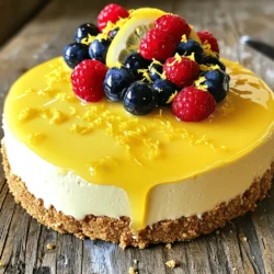 Für deinen No-Bake Zitronen-Cheesecake benötigst du folgende Zutaten: - 1 ½ Tassen Graham-Cracker-Brösel - ½ Tasse ungesalzene Butter, geschmolzen - 2 Tassen Frischkäse, auf Zimmertemperatur - 1 Tasse Puderzucker - 1 Teelöffel Vanilleextrakt - Schale von 2 Zitronen - ½ Tasse frischer Zitronensaft - 1 Tasse Schlagsahne - Frische Beeren (zum Garnieren) Die Wahl der Zutaten ist entscheidend. Verwende frischen Zitronensaft für den besten Geschmack. Achte darauf, dass der Frischkäse weich ist. Er muss gut vermischt werden, um eine glatte Füllung zu erzielen. Ich empfehle, ungesalzene Butter zu nehmen, damit der Cheesecake nicht zu salzig wird. Wenn du die Graham-Cracker-Brösel nicht finden kannst, kannst du auch andere Kekse verwenden. Achte aber darauf, dass sie eine ähnliche Konsistenz haben. Falls du glutenfrei essen möchtest, wähle glutenfreie Kekse für den Boden. Du kannst auch eine pflanzliche Butter verwenden, um die Rezeptur vegan zu gestalten. Für eine zuckerfreie Variante gibt es viele Ersatzstoffe, die du nutzen kannst. Wenn du auf Milchprodukte verzichten willst, ersetze den Frischkäse durch eine vegane Creme. So kannst du trotzdem ein leckeres Dessert genießen. Du findest viele tolle Optionen im Supermarkt oder online. Um den Boden für deinen No-Bake Zitronen-Cheesecake zu machen, brauchst du die Graham-Cracker-Brösel und die geschmolzene Butter. Mische in einer Schüssel die Brösel mit der Butter. Rühre gründlich, bis die Mischung feucht aussieht. Es sollte wie feuchter Sand sein. Dann drücke die Mischung in eine 23 cm große Springform. Nutze die Rückseite eines Messbechers, um den Boden fest zu machen. Stelle die Form in den Kühlschrank, damit der Boden fest wird. Jetzt bereitest du die Füllung vor. Nimm eine große Rührschüssel und schlage den Frischkäse mit einem Handmixer. Mixe, bis er glatt ist. Füge dann nach und nach den Puderzucker hinzu und rühre weiter. Jetzt kommen der Vanilleextrakt, die Zitronenschale und der frische Zitronensaft dazu. Mische alles gut, bis es einheitlich ist. In einer anderen Schüssel schlägst du die Schlagsahne, bis sie steife Spitzen hat. Heben die geschlagene Sahne vorsichtig unter die Frischkäse-Mischung. So bleibt die Füllung schön luftig. Gieße die fertige Zitronenfüllung auf den gekühlten Boden. Nutze einen Spatel, um die Oberfläche glatt zu streichen. Decke die Springform mit Frischhaltefolie ab und stelle sie für mindestens vier Stunden in den Kühlschrank. Am besten lässt du den Cheesecake über Nacht kühlen. Wenn er fest ist, löse ihn vorsichtig aus der Form. Schneide ihn in Stücke und serviere ihn kalt. Frische Beeren machen das Dessert noch schöner. Jetzt kannst du deinen spritzigen No-Bake Zitronen-Cheesecake genießen! Für das vollständige Rezept, siehe [Full Recipe]. Um die perfekte Konsistenz für deinen No-Bake Zitronen-Cheesecake zu erreichen, ist es wichtig, den Frischkäse gut vorzubereiten. Lass den Frischkäse vorher auf Zimmertemperatur kommen. So wird er beim Mischen schön glatt. Vermeide es, kalten Frischkäse zu verwenden. Wenn die Mischung zu dick ist, kannst du etwas mehr Zitronensaft hinzufügen. Das macht sie cremiger. Du kannst den Geschmack deines Cheesecakes leicht ändern. Füge etwas Limettensaft hinzu, um einen frischen Twist zu bekommen. Auch andere Zitrusfrüchte wie Orange oder Grapefruit sind toll. Wenn du magst, kannst du auch etwas Schokolade oder Karamell unter die Füllung mischen. So wird das Dessert noch interessanter. Viele machen den Fehler, die Sahne zu stark zu schlagen. Sie sollte steife Spitzen haben, aber nicht zu fest sein. Zu viel Rühren kann die Luftigkeit der Sahne reduzieren. Ein weiterer Fehler ist, die Füllung nicht genug kühlen zu lassen. Lass den Cheesecake mindestens vier Stunden im Kühlschrank. Am besten über Nacht. So wird er fest und schmeckt einfach besser. Für das vollständige Rezept, schau dir die [Full Recipe] an. {{image_4}} Wenn du eine vegane Version machen möchtest, geht das ganz einfach. Du kannst den Frischkäse durch einen pflanzlichen Frischkäse ersetzen. Achte darauf, dass er ungesüßt ist. Statt Butter verwende Kokosöl oder vegane Margarine. Für die Schlagsahne kannst du Kokoscreme benutzen. Sie macht den Cheesecake cremig und lecker. Für eine glutenfreie Option nimm glutenfreie Kekse für die Kruste. Viele Marken bieten glutenfreie Graham-Cracker oder Kekse an. Achte darauf, dass sie den gleichen Geschmack haben. Du kannst auch Mandeln oder Haferflocken verwenden. Diese geben dir eine tolle Konsistenz für die Kruste. Du kannst den Zitronen-Geschmack mit anderen Früchten kombinieren. Füge pürierte Erdbeeren oder Himbeeren hinzu. Das gibt deinem Cheesecake eine neue Note. Auch Limette oder Orange sind großartige Optionen. Experimentiere mit diesen Aromen, um deinen perfekten Cheesecake zu finden. Du kannst auch Kekse mit Schokoladengeschmack nutzen, um eine Schokoladenkruste zu machen. Für die vollständige Anleitung und weitere Tipps schau dir das [Full Recipe] an. Stelle den No-Bake Zitronen-Cheesecake in den Kühlschrank, wenn er nicht serviert wird. Decke ihn gut ab, um Gerüche zu vermeiden. Frischhaltefolie oder ein Deckel funktionieren gut. Er bleibt hier für bis zu fünf Tage frisch. Du kannst den Cheesecake auch einfrieren. Schneide ihn in Stücke, damit du nur das entnehmen kannst, was du brauchst. Wickel jedes Stück in Frischhaltefolie und lege es in einen gefrierfesten Beutel. So bleibt er bis zu drei Monate haltbar. Lass ihn dann im Kühlschrank auftauen. Die Frische ist wichtig für den Geschmack. Nach dem Kühlen oder Einfrieren solltest du auf die Konsistenz achten. Wenn der Cheesecake trocken aussieht oder schlecht riecht, ist es Zeit, ihn wegzuwerfen. Für die beste Erfahrung genieße ihn frisch. Ich empfehle, den Cheesecake am besten innerhalb der ersten paar Tage nach der Zubereitung zu essen. So bleibt der Geschmack am besten. Du findest die vollständige Anleitung in der [Full Recipe]. Ein No-Bake Zitronen-Cheesecake bleibt im Kühlschrank etwa 4 bis 5 Tage frisch. Achte darauf, ihn gut abzudecken, um Austrocknung zu vermeiden. Wenn du ihn länger aufbewahren möchtest, friere ihn ein. So bleibt er für bis zu drei Monate genießbar. Lass ihn vor dem Servieren einfach im Kühlschrank auftauen. Ja, du kannst andere Früchte verwenden! Beeren wie Himbeeren, Erdbeeren oder Blaubeeren passen sehr gut. Auch Mango oder Passionsfrucht können tolle Aromen hinzufügen. Achte darauf, frische Früchte zu wählen, um die beste Farbe und den besten Geschmack zu bieten. Du kannst die Früchte auch pürieren und in die Füllung mischen. Der Hauptunterschied liegt in der Zubereitungsart. Ein gebackener Cheesecake wird im Ofen gebacken, was ihm eine feste, cremige Textur verleiht. Ein No-Bake Cheesecake, wie unser Rezept, nutzt die Kälte, um fest zu werden. Dies macht ihn leichter und erfrischender. Beide Varianten sind lecker und haben ihren eigenen Charme! Diese Anleitung hat die wichtigsten Punkte für deinen No-Bake Zitronen-Cheesecake behandelt. Wir haben eine vollständige Zutatenliste vorgestellt und Tipps zur Zubereitung gegeben. Du hast gelernt, wie du Variationen und Lagerung richtig machst. Probiere die Alternativen für spezielle Bedürfnisse aus, um den Cheesecake noch besser zu machen. Denke daran, häufige Fehler zu vermeiden, um die perfekte Textur zu erreichen. Mit diesen Ideen wirst du garantiert viel Freude beim Backen haben!