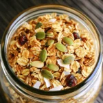 Die Basis für mein Kürbisgewürz-Granola sind einfache, gesunde Zutaten. Hier sind die Hauptbestandteile: - 2 Tassen Haferflocken - 1 Tasse rohe Kürbiskerne - 1/2 Tasse gehobelte Mandeln - 1/2 Tasse ungesüßte Kokosraspeln - 1/4 Tasse Ahornsirup - 1/4 Tasse Kokosöl, geschmolzen - 1 Teelöffel Vanilleextrakt - 1 Teelöffel Kürbiskuchengewürz - 1/2 Teelöffel Salz Diese Zutaten bieten einen tollen Mix aus Geschmack und Textur. Die Haferflocken geben eine gute Basis, während die Kürbiskerne und Mandeln für Crunch sorgen. Das Kokosöl und der Ahornsirup fügen eine süße Note hinzu. Das Kürbiskuchengewürz bringt den typischen Herbstgeschmack. Um dein Granola noch interessanter zu machen, kannst du ein paar optionale Zutaten hinzufügen: - 1/2 Tasse getrocknete Cranberries oder Rosinen - 1/4 Tasse Sonnenblumenkerne - 1/4 Tasse gehackte Walnüsse Diese Zutaten fügen noch mehr Geschmack und Nährstoffe hinzu. Du kannst die Trockenfrüchte nach deinem Geschmack wählen. Sie machen das Granola süßer und fruchtiger. Die Wahl der richtigen Zutaten kann dein Granola verbessern. Achte auf: - Frische: Kaufe frische Nüsse und Kerne. Sie schmecken besser und sind gesünder. - Bio-Qualität: Wenn möglich, wähle Bio-Zutaten. Sie sind oft frei von Chemikalien. - Unbehandelt: Achte darauf, dass die Kokosraspeln ungesüßt sind. Dies macht das Granola gesünder. Mit diesen Tipps kannst du sicherstellen, dass dein Kürbisgewürz-Granola köstlich und nahrhaft ist. Für das vollständige Rezept schau dir die [Full Recipe] an! Zuerst müssen wir alle Zutaten bereitstellen. Das macht das Kochen einfacher. Hier ist, was du brauchst: - 2 Tassen Haferflocken - 1 Tasse rohe Kürbiskerne - 1/2 Tasse gehobelte Mandeln - 1/2 Tasse ungesüßte Kokosraspeln - 1/4 Tasse Ahornsirup - 1/4 Tasse Kokosöl, geschmolzen - 1 Teelöffel Vanilleextrakt - 1 Teelöffel Kürbiskuchengewürz - 1/2 Teelöffel Salz - 1/2 Tasse getrocknete Cranberries oder Rosinen (optional) Sammle alles in einer großen Schüssel. Das macht es einfach, wenn du anfängst, die Mischung zu machen. Jetzt geht es ans Backen. Heize zuerst deinen Ofen auf 175°C vor. Lege ein Backblech mit Backpapier aus. In einer großen Schüssel vermenge die Haferflocken, Kürbiskerne, gehobelte Mandeln und Kokosraspeln. Mische alles gut. In einer anderen Schüssel mische das Kokosöl, den Ahornsirup, die Vanille und die Gewürze. Rühre, bis alles gut vermischt ist. Gieße diese flüssige Mischung über die trockenen Zutaten. Rühre alles gut um, damit jede Flake und Nuss bedeckt ist. Verteile die Mischung gleichmäßig auf dem Backblech. Drücke sie leicht zusammen, um Klumpen zu bilden. Backe die Granola 20 bis 25 Minuten lang. Rühre sie zur Hälfte um, damit sie gleichmäßig bräunt. Wenn sie goldbraun ist, nimm sie aus dem Ofen. Lass die Granola auf dem Blech abkühlen. Sie wird beim Abkühlen knusprig. Wenn sie kalt ist, füge die getrockneten Früchte hinzu, falls du sie verwendest. Mische alles vorsichtig. Für die beste Textur achte darauf, dass die Mischung nicht zu lange im Ofen bleibt. So bleibt sie knusprig und lecker. Lagere die Granola in einem luftdichten Behälter. So bleibt sie frisch und lecker für bis zu zwei Wochen. Wenn du mehr Details über das Rezept möchtest, sieh dir das Full Recipe an. Beim Backen von Granola gibt es ein paar Dinge, die schiefgehen können. Ein häufiger Fehler ist, die Mischung zu lange zu backen. Achte darauf, dass dein Granola goldbraun und nicht zu dunkel wird. Wenn du es überbackst, wird es hart und bitter. Ein weiterer Fehler ist, die Zutaten nicht gut zu mischen. Stelle sicher, dass alles gleichmäßig verteilt ist. So schmeckt jede Portion gleich gut. Um dein Kürbisgewürz-Granola noch besser zu machen, füge frische Zutaten hinzu. Ein Spritzer Zitronensaft kann die Aromen aufhellen. Probiere, etwas Zimt oder Muskatnuss hinzuzufügen. Diese Gewürze passen gut zum Kürbisgewürz. Du kannst auch Nüsse wie Walnüsse oder Haselnüsse hinzufügen. Das gibt einen tollen Crunch und mehr Nährstoffe. Wenn du den Süßegrad anpassen möchtest, spiele mit der Menge des Ahornsirups. Wenn du es süßer magst, füge mehr hinzu. Du kannst auch Honig oder Agavensirup verwenden. Wenn du es weniger süß magst, reduziere die Menge. Denke daran, dass die Trockenfrüchte auch eine natürliche Süße bringen. Probiere verschiedene Kombinationen aus, um deinen perfekten Geschmack zu finden. Für das vollständige Rezept kannst du [Full Recipe] hier nachlesen. {{image_4}} Du kannst dein Kürbisgewürz-Granola ganz nach deinem Geschmack anpassen. Ich empfehle, verschiedene Nüsse und Samen hinzuzufügen. Mandeln sind schon drin, aber auch Walnüsse oder Haselnüsse passen toll. Du kannst auch Sonnenblumenkerne oder Leinsamen verwenden. Diese geben nicht nur einen guten Crunch, sondern auch gesunde Fette und Proteine. Um dein Granola interessanter zu machen, probiere andere Gewürze aus. Zimt passt gut zu Kürbisgewürz. Du kannst auch Muskatnuss oder Ingwer hinzufügen. Wenn du es süßer magst, füge ein wenig Kakao oder Schokoladenstückchen hinzu. Diese Variationen bringen neue Aromen und machen das Granola einzigartig. Wenn du auf Zucker verzichten möchtest, gibt es gesunde Alternativen. Du kannst Honig oder Agavendicksaft verwenden. Diese sind süß, haben aber auch Nährstoffe. Für einen niedrigeren Zuckergehalt nutze reife Bananen oder Apfelmus. Diese Optionen geben deinem Granola eine natürliche Süße und halten es gesund. So kannst du dein Kürbisgewürz-Granola ganz nach deinem Geschmack gestalten und genießen. Probiere die verschiedenen Variationen aus und finde deinen persönlichen Favoriten! Kürbisgewürz-Granola hält sich bis zu zwei Wochen. Es bleibt frisch, wenn Sie es richtig lagern. Verwenden Sie einen luftdichten Behälter. So bleibt die Knusprigkeit erhalten. Achten Sie auf das Haltbarkeitsdatum. Wenn Sie die Granola selbst gemacht haben, notieren Sie das Datum. Bewahren Sie die Granola an einem kühlen, trockenen Ort auf. Ein Küchenschrank ist ideal. Vermeiden Sie Feuchtigkeit. Feuchtigkeit macht die Granola weich und schlabberig. Ein luftdichter Behälter schützt vor Luft und Licht. So bleibt der Geschmack frisch und lecker. Sehen Sie nach Verfärbungen oder Schimmel. Wenn die Granola komisch riecht, ist sie nicht mehr gut. Auch eine weiche Textur ist ein Warnsignal. Bei Unsicherheit werfen Sie die Granola weg. Es ist besser, auf Nummer sicher zu gehen. So genießen Sie immer die beste Qualität Ihrer Kürbisgewürz-Granola. Um Kürbisgewürz-Granola vegan zu machen, tauschen Sie das Kokosöl gegen pflanzliches Öl wie Sonnenblumenöl aus. Statt Ahornsirup können Sie auch Agavensirup verwenden. Beide Optionen sind vegan und bringen einen tollen Geschmack. Die restlichen Zutaten sind ohnehin pflanzlich. So bleibt Ihr Granola lecker und tierfreundlich. Kürbisgewürz-Granola finden Sie in vielen Supermärkten und Bioläden. Achten Sie auf die Regale für Frühstücksartikel oder Snacks. Online gibt es viele Marken, die sie verkaufen. Schauen Sie sich die Inhaltsstoffe an, um die beste Wahl zu treffen. Wenn Sie ein besonderes Rezept im Kopf haben, machen Sie einfach Ihr eigenes Granola mit dem Full Recipe. Kürbisgewürz-Granola bleibt in einem luftdichten Behälter bis zu zwei Wochen frisch. Lagern Sie es bei Zimmertemperatur, um die Knusprigkeit zu erhalten. Achten Sie darauf, dass der Behälter gut verschlossen ist. So vermeiden Sie, dass Feuchtigkeit eindringt. Wenn das Granola weich wird, ist es besser, es nicht mehr zu essen. Kürbisgewürz-Granola ist einfach zuzubereiten und sehr vielseitig. Wir haben die besten Zutaten besprochen und wie du sie auswählen kannst. Die Schritt-für-Schritt-Anleitung hilft dir, die perfekte Textur zu erreichen. Mit den Tipps kannst du häufige Fehler vermeiden und das Granola an deinen Geschmack anpassen. Lagere dein Granola richtig, um die Haltbarkeit zu maximieren. Nutze die Variationen, um neue Aromen zu entdecken. Jetzt bist du bereit, dein eigenes leckeres Granola zu machen!