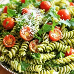 Für den Pesto Pasta Salad brauche ich einige frische und leckere Zutaten. Hier sind die Hauptzutaten: - 225 g (ca. 8 oz) Pasta (Fusilli oder Penne sind ideal) - 1 Tasse Kirschtomaten, halbiert - 1 Tasse frische Basilikumblätter, fest gepackt - 125 g Walnüsse (oder Pinienkerne) - 50 g geriebener Parmesan - 120 ml Olivenöl - 2 Knoblauchzehen, fein gehackt - 1 Esslöffel Zitronensaft - Salz und Pfeffer nach Geschmack Eine gute Pasta ist der Schlüssel. Sie gibt dem Salat Struktur. Kirschtomaten bringen Süße und Frische. Basilikum liefert den klassischen Pesto-Geschmack. Walnüsse oder Pinienkerne geben Crunch und Nussigkeit. Parmesan sorgt für Tiefe und Geschmack. Um den Salat noch schöner zu machen, kann ich einige zusätzliche Zutaten verwenden. Hier sind einige Ideen zum Garnieren: - 30 g Rucola (optional) - Frisch geriebener Parmesan - Ein Spritzer Zitronensaft Rucola bringt eine schöne grüne Farbe und einen leicht bitteren Geschmack. Frisch geriebener Parmesan macht den Salat noch reichhaltiger. Ein Spritzer Zitronensaft gibt Frische und hebt die Aromen hervor. Es gibt immer Alternativen, wenn ich etwas anderes ausprobieren möchte. Hier sind einige Ideen: - Statt Fusilli kann ich auch Penne oder Farfalle verwenden. - Anstelle von Walnüssen kann ich Mandeln oder Cashews nutzen. - Wenn ich keinen Parmesan mag, kann ich einen veganen Käse verwenden. Diese Alternativen machen es einfach, den Salat nach meinem Geschmack anzupassen. Ich kann auch mit den Aromen und Texturen spielen. Das macht das Kochen noch spannender! Für das komplette Rezept schaue einfach auf die [Full Recipe]. Zuerst bringe einen großen Topf mit Wasser zum Kochen. Füge eine Prise Salz hinzu, um den Geschmack zu verbessern. Gib die Pasta hinein und koche sie al dente, wie auf der Packung angegeben. Das dauert meist etwa 8 bis 10 Minuten. Wenn die Pasta fertig ist, gieße sie in ein Sieb ab. Spüle sie dann unter kaltem Wasser ab, um den Garprozess zu stoppen. So bleibt die Pasta bissfest und lecker. Nun kommt der spaßige Teil: das Pesto. Nimm eine Küchenmaschine und füge die frischen Basilikumblätter, Walnüsse, geriebenen Parmesan und die gehackten Knoblauchzehen hinzu. Füge auch den Zitronensaft, Salz und Pfeffer dazu. Pulsieren, bis alles gut zerkleinert ist. Während die Maschine läuft, gieße langsam das Olivenöl hinein. Du willst eine glatte und cremige Konsistenz erreichen. Probiere das Pesto und passe die Würze nach deinem Geschmack an. In einer großen Schüssel kombinierst du die gekochte Pasta und die halbierten Kirschtomaten. Jetzt kommt das Pesto dazu. Vermenge alles sanft, bis die Pasta gleichmäßig mit dem Pesto überzogen ist. Es ist wichtig, dass jede Nudel die köstliche Pesto-Mischung aufnimmt. Danach decke die Schüssel mit Frischhaltefolie ab und stelle sie mindestens 30 Minuten in den Kühlschrank. So können die Aromen gut durchziehen. Vor dem Servieren kannst du die Würze noch einmal anpassen. Toppe den Salat mit frischem Rucola, um etwas Knackigkeit hinzuzufügen. Für das gesamte Rezept, klicke auf den [Full Recipe]. Um die beste Pasta für deinen Salat zu machen, achte darauf, sie al dente zu kochen. Das bedeutet, sie sollte fest, aber nicht hart sein. Verwende viel Salzwasser beim Kochen. So erhält die Pasta mehr Geschmack. Nach dem Kochen, spüle die Pasta mit kaltem Wasser ab. Das stoppt den Kochprozess und hilft, die Pasta nicht zu verkochen. Um den Geschmack deines Pestos zu steigern, nutze frische Zutaten. Frische Basilikumblätter geben einen intensiven Geschmack. Du kannst auch die Nüsse rösten, bevor du sie hinzufügst. Das verstärkt das Aroma. Ein Spritzer Zitronensaft bringt Frische und hilft, die Aromen zu balancieren. Vergiss nicht, das Pesto gut zu pürieren. Eine glatte Konsistenz macht das Pesto noch besser. Serviere den Pesto Pasta Salad kalt oder bei Raumtemperatur. Das macht ihn ideal für Picknicks oder Grillpartys. Du kannst ihn mit frischem Rucola garnieren, um einen schönen Kontrast zu schaffen. Auch geriebener Parmesan passt gut dazu. Probiere, den Salat in kleinen Gläsern zu servieren. Das sieht toll aus und macht das Essen einfach. Für das vollständige Rezept, schaue dir die [Full Recipe] an. {{image_4}} Fügen Sie mehr Gemüse hinzu, um den Pesto Pasta Salad noch bunter zu machen. Hier sind einige Ideen: - Paprika - Zucchini - Brokkoli - Spinat - Erbsen Diese Gemüsesorten bringen mehr Geschmack und Textur. Sie sind auch voll von Nährstoffen. Schneiden Sie sie klein, damit sie gut mit der Pasta und dem Pesto harmonieren. Um den Salat nahrhafter zu machen, können Sie auch Proteine hinzufügen. Hier sind einige Optionen: - Gegrilltes Hühnchen - Garnelen - Kichererbsen - Feta-Käse - Gekochte Eier Diese Zutaten machen den Pesto Pasta Salad zu einer vollständigen Mahlzeit. Sie sorgen dafür, dass Sie sich satt fühlen und gut ernährt sind. Für eine vegane Variante des Pestos können Sie folgende Zutaten verwenden: - Cashewkerne statt Parmesan - Hefeflocken für einen käsigen Geschmack - Olivenöl und Zitronensaft bleiben gleich Diese Alternativen machen den Salat vegan und lecker. Der Geschmack bleibt frisch und köstlich. Probieren Sie verschiedene Kombinationen aus, um Ihren perfekten veganen Pesto Pasta Salad zu finden. Um den Pesto Pasta Salad frisch zu halten, lege ihn in einen luftdichten Behälter. Achte darauf, dass er gut abgedeckt ist. So bleibt der Salat kühl und die Aromen bleiben stark. Im Kühlschrank hält sich der Pesto Pasta Salad etwa drei bis fünf Tage. Überprüfe vor dem Essen immer den Geruch und das Aussehen. Wenn etwas nicht frisch aussieht, wirf es weg. Das Einfrieren des Pesto Pasta Salads ist möglich, aber nicht optimal. Die Pasta kann matschig werden. Wenn du es dennoch versuchen möchtest, teile es in Portionen auf. Verwende gefrierfeste Behälter. Lass den Salat langsam im Kühlschrank auftauen, bevor du ihn servierst. Somit bleibt er besser in Form. Für die besten Ergebnisse, bereite frisches Pesto für das Auftauen vor. So bleibt der Geschmack intensiv. Für das vollständige Rezept, schau dir die [Full Recipe] an. Um Pesto Pasta Salad mit frischen Zutaten zu machen, beginne mit der Pasta. Koche 225 g Pasta in einem großen Topf mit Salzwasser. Achte darauf, sie al dente zu kochen. Abgießen und unter kaltem Wasser abspülen. Jetzt bereitest du das Pesto vor. Nimm eine Küchenmaschine und füge 1 Tasse frische Basilikumblätter, 125 g Walnüsse, 50 g geriebenen Parmesan und 2 feingehackte Knoblauchzehen hinzu. Mische sie gut. Während die Maschine läuft, gieße 120 ml Olivenöl langsam dazu. Mische, bis das Pesto schön cremig ist. In einer Schüssel kombinierst du die gekochte Pasta, 1 Tasse halbierte Kirschtomaten und das Pesto. Vermenge alles sanft. Lass den Salat im Kühlschrank für mindestens 30 Minuten ruhen, damit die Aromen sich entfalten können. Ja, du kannst den Salat im Voraus zubereiten. Das ist eine tolle Idee! Bereite einfach alles wie beschrieben vor und lasse den Salat im Kühlschrank. Er schmeckt am nächsten Tag sogar noch besser! Achte darauf, ihn in einem luftdichten Behälter aufzubewahren. So bleibt er frisch und lecker. Zu Pesto Pasta Salad passen viele Beilagen gut. Zum Beispiel sind gegrilltes Gemüse oder ein frischer Blattsalat perfekt. Auch ein Stück Brot oder Focaccia ergänzt das Gericht schön. Wenn du es herzhaft magst, probiere auch gegrilltes Hühnchen oder Garnelen. Diese Beilagen machen dein Essen noch abwechslungsreicher. Schau dir auch die Full Recipe an, um weitere Ideen zu bekommen! Der Pesto Pasta Salad ist einfach zuzubereiten und vielseitig. Wir haben die Hauptzutaten, zusätzliche Garnierungen und Wege zur Variierung besprochen. Ich erklärte, wie man die Pasta kocht, das Pesto zubereitet und alles kombiniert. Tipps zur Lagerung helfen, den Salat frisch zu halten. Egal, wie du es anpasst, dieser Salat wird dir schmecken. Nutze die Tipps, um deinen Salat jedes Mal zu verbessern. Experimentiere mit neuen Zutaten für frischen Geschmack. Mache ihn zu deinem persönlichen Favoriten!
