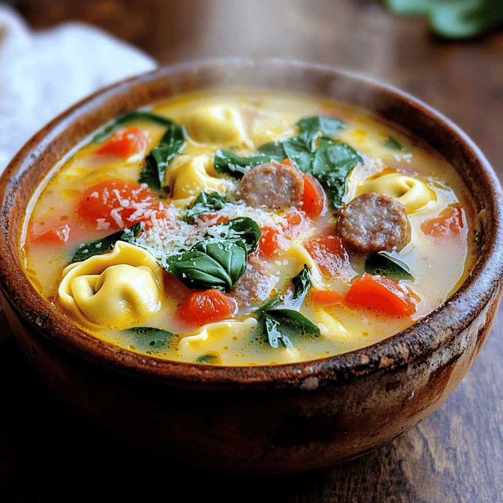 - 450 g italienische Wurst (mild oder scharf, ohne Häute) - 1 mittelgroße Zwiebel, gewürfelt - 3 Knoblauchzehen, fein gehackt - 1 Liter natriumarme Hühnerbrühe - 400 g gewürfelte Tomaten (aus der Dose oder frisch) - 240 ml Sahne - 2 Tassen frische Spinatblätter - 1 Packung (250 g) frische Käsetortellini - 1 Teelöffel italienische Gewürzmischung - ½ Teelöffel rote Pfefferflocken (optional für zusätzliche Schärfe) - Salz und Pfeffer nach Geschmack - Frisches Basilikum, gehackt (zur Garnitur) - Geriebener Parmesan (zum Servieren) Ich empfehle frische Tortellini für diese Suppe. Sie haben einen tollen Geschmack und eine zarte Textur. Frische Tortellini garen schneller und nehmen die Brühe gut auf. Wenn du gefrorene Tortellini verwendest, koche sie einfach etwas länger im Slow Cooker. Gefrorene Tortellini sind auch praktisch und halten sich lange. Wenn du keine italienische Wurst magst, gibt es viele Optionen. Du kannst Hähnchenwurst oder Putenwurst verwenden. Diese sind oft magerer und haben weniger Fett. Für eine vegetarische Version, probiere eine Mischung aus Pilzen und Gemüse. Diese Alternativen machen die Suppe auch lecker und nahrhaft. Zuerst brauchst du eine große Pfanne. Stelle die Hitze auf mittlere Stufe. Füge 450 g italienische Wurst hinzu. Brate die Wurst an, bis sie braun wird. Zerbrich sie mit einem Spatel. Das macht die Wurst schön krümelig. Wenn sie fertig ist, gieße das überschüssige Fett ab. Jetzt gib die Wurst in den Slow Cooker. Füge 1 gewürfelte Zwiebel und 3 fein gehackte Knoblauchzehen hinzu. Diese Zutaten geben der Suppe viel Geschmack. Gieße 1 Liter natriumarme Hühnerbrühe in den Slow Cooker. Füge 400 g gewürfelte Tomaten hinzu. Du kannst frische oder Dosen nehmen. Rühre die Mischung gut um. Jetzt kommen die Gewürze: 1 Teelöffel italienische Gewürzmischung und ½ Teelöffel rote Pfefferflocken. Diese sind optional. Schmecke alles mit Salz und Pfeffer ab. Decke den Slow Cooker ab. Koche die Mischung auf niedriger Stufe für 6-7 Stunden oder auf hoher Stufe für 3-4 Stunden. Etwa 30 Minuten vor dem Servieren, füge 240 ml Sahne und 2 Tassen frische Spinatblätter hinzu. Rühre die Mischung gut um. Jetzt kommen die 250 g frischen Käsetortellini. Stelle sicher, dass sie vollständig in der Brühe sind. Decke den Slow Cooker wieder ab und lasse die Tortellini die letzten 30 Minuten garen. Schmecke die Suppe ab und passe die Gewürze an. Um die Suppe zu servieren, schöpfe sie in Schalen. Garniere sie mit frischem, gehacktem Basilikum und geriebenem Parmesan. Diese Suppe passt perfekt zu knusprigem Brot, um zu dippen. Um die Suppe perfekt abzuschmecken, beginne mit der Brühe. Verwende natriumarme Hühnerbrühe für einen milden Geschmack. Teste die Suppe kurz vor dem Servieren. Füge dann Salz und Pfeffer nach Bedarf hinzu. Die italienische Gewürzmischung bringt viele Aromen. Wenn du etwas mehr Schärfe magst, füge rote Pfefferflocken hinzu. Achte darauf, die Sahne gut zu vermischen. So verteilt sich der cremige Geschmack gleichmäßig. Du kannst die Suppe anpassen. Wenn du eine vegetarische Version möchtest, ersetze die Wurst durch Gemüse. Champignons und Zucchini passen gut. Für eine leichtere Variante verwende weniger Sahne oder eine pflanzliche Alternative. Wenn du es herzhaft magst, füge mehr Gewürze hinzu. Du kannst auch frische Kräuter wie Petersilie oder Thymian verwenden. Diese verleihen der Suppe eine frische Note. Die Präsentation ist wichtig. Schöpfe die Suppe in große Schalen. Garniere sie mit frisch gehacktem Basilikum. Ein Hauch von geriebenem Parmesan macht sie besonders lecker. Serviere die Suppe mit knusprigem Brot. Gäste können das Brot in die Suppe dippen. So wird das Essen noch schöner und schmackhafter. {{image_4}} Wenn du eine vegetarische Version der Suppe zubereiten möchtest, kannst du die italienische Wurst durch eine Mischung aus Pilzen und Zucchini ersetzen. Diese Gemüse geben der Suppe viel Geschmack und Textur. Ich empfehle, etwa 300 g frische Champignons und 200 g Zucchini zu verwenden. Brate sie ebenfalls an, bevor du sie in den Slow Cooker gibst. Du kannst auch andere Gemüse hinzufügen, um die Suppe bunter und gesünder zu machen. Karotten, Sellerie oder Paprika passen gut. Schneide sie in kleine Stücke und füge sie mit der Zwiebel und dem Knoblauch hinzu. Wenn du noch mehr Nährstoffe willst, probiere Brokkoli oder Blumenkohl. Diese Gemüse geben der Suppe einen schönen Biss und viel Farbe. Wenn du verschiedene Käsesorten ausprobieren möchtest, kannst du anstelle von Parmesan auch Pecorino oder Mozzarella verwenden. Pecorino hat einen starken Geschmack und passt gut zu den anderen Zutaten. Mozzarella schmilzt schön und macht die Suppe cremig. Füge die Käsesorte deiner Wahl am Ende der Kochzeit hinzu, damit sie gut schmelzen kann. Für die beste Frische bewahre die Suppe im Kühlschrank auf. Benutze einen luftdichten Behälter. So hält sie bis zu fünf Tage. Achte darauf, dass die Suppe vollständig abgekühlt ist, bevor du sie in den Kühlschrank stellst. So vermeidest du Kondensation und Bakterienwachstum. Du kannst die Suppe auch einfrieren. Gieße sie in einen gefrierfesten Behälter. Lass dabei Platz für die Ausdehnung. Die Suppe hält sich bis zu drei Monate im Gefrierfach. Wenn du sie wieder auftauen möchtest, stelle sie über Nacht in den Kühlschrank. Dadurch bleibt der Geschmack erhalten. Um die Suppe wieder zu erwärmen, nutze einen Topf bei mittlerer Hitze. Rühre regelmäßig um, damit nichts anbrennt. Du kannst auch die Mikrowelle verwenden. Verwende eine mikrowellengeeignete Schüssel und decke sie ab. Erwärme die Suppe in Intervallen von zwei Minuten. Prüfe zwischendurch die Temperatur. Das sorgt dafür, dass die Suppe gleichmäßig warm wird. Du kannst die Suppe bis zu vier Tage im Kühlschrank aufbewahren. Stelle sicher, dass du sie in einem luftdichten Behälter lagerst. Wenn du die Suppe länger lagern möchtest, friere sie ein. Im Gefrierschrank hält sie bis zu drei Monate. Denke daran, die Suppe vor dem Servieren gut aufzuwärmen. Es ist nicht nötig, die Tortellini vorher zu kochen. Sie garen perfekt im Slow Cooker. Die Tortellini nehmen die Aromen der Suppe auf. Füge sie einfach in den letzten 30 Minuten des Kochens hinzu. So bleiben sie zart und lecker. Die Suppe ist nicht automatisch glutenfrei. Die Tortellini enthalten oft Weizen. Du kannst jedoch glutenfreie Tortellini verwenden. Achte auch auf die Hühnerbrühe und die Gewürze. Sie müssen ebenfalls glutenfrei sein. So kannst du die Suppe ohne Sorgen genießen. Diese Suppe bietet viele leckere Möglichkeiten. Ich habe die Zutaten und Variationen erklärt. Du lernst, wie man sie richtig zubereitet und aufbewahrt. Auch Tipps zur perfekten Würze findest du hier. Denke daran, dass du die Suppe nach deinem Geschmack anpassen kannst. Ob vegetarisch oder mit extra Gemüse– die Vielfalt ist groß. Nutze die Lagerungshinweise, damit du länger etwas davon hast. Probiere es aus und genieße jedes Löffelchen!