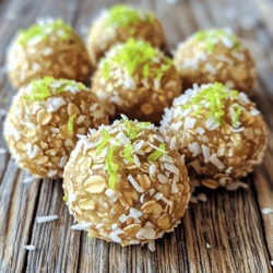 Die Hauptzutaten für die Kokos-Limetten-Energie-Bällchen sind einfach und gesund. Du brauchst: - 1 Tasse Haferflocken (zarte oder grobe) - 1 Tasse ungesüßte geraspelte Kokosnuss - 1/2 Tasse Mandelbutter (oder eine Nussbutter deiner Wahl) - 1/4 Tasse Honig oder Ahornsirup - Schale von 2 Limetten (abgerieben) - 2 Esslöffel Limettensaft - 1/2 Teelöffel Vanilleextrakt - Eine Prise Salz Diese Zutaten geben den Bällchen ihren tollen Geschmack und die nötige Energie. Optional kannst du die Bällchen noch gesünder machen. Füge hinzu: - 1/4 Tasse Chiasamen oder Leinsamen für zusätzlichen Ballaststoff Diese Samen sind klein, aber sehr nahrhaft. Sie geben den Bällchen eine tolle Textur. Die Qualität der Zutaten ist wichtig. Verwende frische, ungesüßte Kokosnuss. Achte darauf, dass die Nussbutter keine Zusätze hat. Bio-Limetten bringen mehr Geschmack und weniger Chemikalien. Hochwertige Zutaten machen deine Energie-Bällchen noch besser. Zuerst nimmst du eine große Rührschüssel. Gib die Haferflocken, die geraspelte Kokosnuss und die optionalen Samen hinzu. Vermische alles gut. In einer separaten Schüssel mischst du die Mandelbutter, den Honig oder Ahornsirup, die Limettenschale, den Limettensaft, den Vanilleextrakt und eine Prise Salz. Rühre, bis die Mischung glatt ist. Dann gib die feuchte Mischung in die Schüssel mit den trockenen Zutaten. Rühre alles gut um, bis die trockenen Zutaten gleichmäßig benetzt sind. Jetzt kommt der Spaß! Nimm kleine Portionen der Mischung. Forme sie zu Bällchen, die etwa 2,5 cm groß sind. Wenn die Mischung zu klebrig ist, befeuchte deine Hände leicht. So rollst du die Bällchen einfacher. Lege die geformten Bällchen auf ein Backblech, das mit Backpapier ausgelegt ist. Lass die Energie-Bällchen für mindestens 30 Minuten im Kühlschrank festigen. So bekommen sie die perfekte Konsistenz. Wenn sie fest sind, lagere sie in einem luftdichten Behälter im Kühlschrank. So bleiben sie bis zu einer Woche frisch. Optional kannst du die Bällchen vor dem Kühlen in geraspelter Kokosnuss rollen. Das gibt ihnen einen tollen tropischen Touch! Wenn du die Energie-Bällchen rollst, kann die Mischung klebrig werden. Um das zu vermeiden, befeuchte deine Hände leicht mit Wasser. Das macht das Rollen viel einfacher. Eine kleine Schüssel Wasser neben dir zu haben, hilft. Tauche deine Hände einfach kurz ein, bevor du die Bällchen formst. So bleibt alles sauber und du kannst die Bällchen perfekt formen. Du kannst die Basis der Energie-Bällchen leicht anpassen. Füge zum Beispiel 1/4 Tasse Chiasamen oder Leinsamen hinzu. Diese geben zusätzlichen Ballaststoff und sind sehr gesund. Du kannst auch die geraspelte Kokosnuss verwenden, um die Bällchen vor dem Kühlen darin zu rollen. Das gibt einen tollen, tropischen Geschmack und eine schöne Textur. Probiere auch getrocknete Früchte wie Cranberries oder Datteln für mehr Süße! Der Limettengeschmack ist frisch und spritzig. Um ihn zu stärken, kannst du mehr Limettensaft oder Schale hinzufügen. Ein Schuss frischer Limettensaft hebt den Geschmack. Auch eine Prise Ingwer kann für einen interessanten Twist sorgen. Experimentiere mit den Zutaten und finde deinen perfekten Mix. Deine Energie-Bällchen werden immer leckerer! {{image_4}} Wenn du keine Mandelbutter magst, probiere Erdnussbutter oder Cashewbutter. Beide geben den Bällchen einen neuen Geschmack. Du kannst auch Sonnenblumenbutter verwenden, wenn du Nüsse meiden möchtest. Diese Optionen bieten reichlich gesunde Fette und Proteine. Du kannst die Schale von Limetten durch Zitronen ersetzen. Das gibt einen anderen, frischen Geschmack. Füge auch Schokoladenstückchen hinzu für einen süßen Kick. Wer es schärfer mag, kann etwas Ingwer in die Mischung geben. Sei kreativ und finde deinen Lieblingsgeschmack. Versuche, die Kokosnuss durch andere Zutaten zu ersetzen. Getrocknete Früchte wie Cranberries oder Aprikosen passen gut. Du kannst auch Nüsse oder Samen hinzufügen, um die Textur zu verändern. Experimentiere mit verschiedenen Essenzen wie Kokos oder Orange. So wird jeder Biss anders und aufregend. Kokos Limetten Energie Bällchen sind nicht nur lecker, sondern auch nahrhaft. Eine Portion enthält etwa 100 Kalorien. Diese Bällchen bieten viele wichtige Nährstoffe. Sie haben gesunde Fette, Ballaststoffe und Eiweiß. Die Haferflocken liefern komplexe Kohlenhydrate für langanhaltende Energie. Die Hauptzutaten bringen viele Vorteile mit sich. Haferflocken fördern die Verdauung und halten den Blutzucker stabil. Ungesüßte Kokosnuss ist reich an gesunden Fetten. Diese Fette unterstützen das Herz. Mandelbutter liefert Eiweiß und gesunde Fette. Limetten sind voller Vitamin C. Das stärkt das Immunsystem und gibt Frische. Diese Energie Bällchen sind vielseitig und passen zu vielen Diäten. Sie sind glutenfrei, wenn du glutenfreie Haferflocken verwendest. Auch Veganer können sie genießen, wenn sie Ahornsirup nutzen. Die Bällchen sind schnell gemacht und ideal für unterwegs. Ob als Snack nach dem Sport oder als süßer Genuss – sie sind immer eine gute Wahl. Die Energie-Bällchen halten sich bis zu einer Woche im Kühlschrank. Ich empfehle, sie in einem luftdichten Behälter zu lagern. So bleiben sie frisch und lecker. Wenn du sie länger aufbewahren möchtest, kannst du sie auch einfrieren. Dort halten sie sich bis zu drei Monate. Achte darauf, sie gut zu verpacken, um Gefrierbrand zu vermeiden. Ja, du kannst andere Nüsse oder Samen verwenden. Mandeln sind hier beliebt, aber auch Erdnüsse oder Cashews sind großartig. Wenn du eine andere Nussbutter magst, wie Erdnussbutter, funktioniert das auch gut. Für die Samen kannst du Chiasamen oder Leinsamen nutzen. Diese fügen Ballaststoffe und gesunde Fette hinzu. So kannst du das Rezept nach deinem Geschmack anpassen. Ja, die Energie-Bällchen sind glutenfrei. Haferflocken sind von Natur aus glutenfrei, solange du auf die richtige Marke achtest. Achte darauf, dass die Haferflocken als glutenfrei gekennzeichnet sind. So vermeidest du Kontamination mit Gluten. Wenn du weitere glutenfreie Zutaten verwendest, bleibt der Snack sicher für alle mit Glutenunverträglichkeit. Die Kokos-Limetten-Energie-Bällchen sind einfach zuzubereiten und lecker. Wir haben die Hauptzutaten sowie optionale Zutaten besprochen. Eine Schritt-für-Schritt-Anleitung hilft, sie perfekt zu formen und zu lagern. Mit unseren Tipps und Tricks kannst du klebrige Hände vermeiden und den Geschmack anpassen. Du kannst die Bällchen auch variieren, um verschiedene Vorlieben zu treffen. Die Nährwertinformationen zeigen, dass sie ein gesunder Snack sind. Denke daran, sie gut zu lagern, damit sie frisch bleiben. Viel Spaß beim Ausprobieren dieser leckeren Snacks!