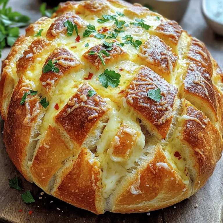 Für das perfekte Käse-Zupfbrot brauchst du einige Hauptzutaten. Hier ist eine Liste: - 1 großes Laib knuspriges Brot (z.B. italienisches oder französisches Brot) - 120 ml ungesalzene Butter, geschmolzen - 4 Knoblauchzehen, fein gehackt - 250 g geriebener Mozzarella-Käse - 50 g geriebener Parmesan-Käse Das Brot ist der Star. Wähle ein frisches Laib, das knusprig ist. Die Butter bringt den Geschmack und hilft beim Backen. Der Knoblauch sorgt für das besondere Aroma. Mozzarella und Parmesan machen das Brot lecker und schmelzig. Nun kommen die Würzmittel und zusätzlichen Zutaten. Diese sind wichtig für den Geschmack: - 2 Esslöffel frische Petersilie, gehackt - 1 Teelöffel getrockneter Oregano - ½ Teelöffel rote Pfefferflocken (optional) - Salz und Pfeffer nach Geschmack Die Petersilie gibt Farbe und Frische. Oregano bringt mediterrane Noten. Rote Pfefferflocken fügen einen kleinen Kick hinzu. Vergiss nicht, mit Salz und Pfeffer zu würzen, um alles abzurunden. Käse-Zupfbrot ist vielseitig. Du kannst verschiedene Käsesorten verwenden. Hier sind einige Ideen: - Cheddar für einen kräftigen Geschmack - Gouda für eine süßliche Note - Feta für eine salzige Überraschung Experimentiere mit Käse, um deinen Favoriten zu finden. Mische verschiedene Käse für mehr Tiefe. Das macht dein Zupfbrot einzigartig und spannend! Heize zuerst deinen Ofen auf 190°C vor. So bist du bereit, wenn das Brot fertig ist. Nimm eine kleine Schüssel. Dort vermischst du die geschmolzene Butter mit dem fein gehackten Knoblauch, der Petersilie, Oregano, roten Pfefferflocken, Salz und Pfeffer. Diese Mischung gibt dem Brot einen tollen Geschmack. Nimm dein großes Laib Brot, das knusprig sein sollte. Mit einem gezackten Messer schneidest du das Brot diagonal. Achte darauf, dass die Schnitte tief sind, aber das Brot nicht ganz durchschneidest. Ein Rautenmuster sieht schön aus und bietet Platz für die Füllung. Öffne vorsichtig jeden Schnitt des Brotes. Jetzt kommt die Knoblauch-Butter-Mischung ins Spiel. Pinsel die Mischung großzügig in jeden Schnitt hinein. Jetzt ist es Zeit für den Käse! Fülle den geriebenen Mozzarella und den Parmesan in die Schnitte. Drücke den Käse leicht hinein, damit er gut passt. Wickel das Brot in Aluminiumfolie und lege es auf ein Backblech. Backe es 15 Minuten mit Folie. Entferne dann die Folie und backe es weitere 10-15 Minuten, bis der Käse schön geschmolzen und die Oberseite goldbraun ist. Lass das Brot kurz abkühlen, bevor du es servierst. Jetzt kannst du die köstlichen Stücke auseinanderziehen und genießen! Um das Brot perfekt zu backen, sind einige Punkte wichtig. Zuerst ist die Ofentemperatur entscheidend. Heizen Sie den Ofen auf 190°C vor. So wird das Brot gleichmäßig knusprig. Wickeln Sie das Brot in Aluminiumfolie. Dies hilft, den Käse zu schmelzen, ohne das Brot zu verbrennen. Backen Sie das Brot zuerst 15 Minuten mit der Folie. Dann entfernen Sie die Folie für die letzten 10-15 Minuten. So wird die Oberseite goldbraun und knusprig. Ein häufiger Fehler ist, das Brot zu tief zu schneiden. Achten Sie darauf, nicht ganz durchzuschneiden. Das Brot soll zusammenhalten, damit die Füllung nicht herausfällt. Ein weiterer Fehler ist, nicht genug Knoblauch-Butter-Mischung zu verwenden. Füllen Sie jeden Schnitt gut mit der Mischung. Dies gibt dem Brot mehr Geschmack. Sehen Sie auch darauf, den Käse fest in die Schnitte zu drücken. So schmilzt er gleichmäßig und bleibt nicht im Ofen. Servieren Sie das Zupfbrot warm auf einem rustikalen Holzbrett. Garnieren Sie es mit frischer Petersilie für einen schönen Look. Ein toller Dip passt perfekt dazu. Probieren Sie einen einfachen Joghurt-Dip oder eine würzige Tomatensauce. Beide machen das Essen noch besser. Auch ein Kräuterbutter-Dip ist eine gute Wahl. So haben Ihre Gäste viele leckere Optionen! {{image_4}} Wenn Sie nach einer vegetarischen Option suchen, ist das ganz einfach. Sie können das Rezept so anpassen, dass es nur mit Käse und Kräutern gefüllt ist. Lassen Sie den Knoblauch weg, wenn Sie ihn nicht mögen. Fügen Sie statt Knoblauch einfach mehr frische Kräuter hinzu. Basilikum oder Thymian passen auch gut zu diesem Brot. So bleibt es lecker und ganz ohne Fleisch. Die Käsesorten sind sehr wichtig für den Geschmack. Mozzarella und Parmesan sind großartig, aber Sie können auch andere Käsesorten ausprobieren. Gouda oder Cheddar geben dem Brot einen kräftigen Geschmack. Probieren Sie auch Frischkäse für eine cremige Textur. Denken Sie daran, den Käse zu mischen, um verschiedene Aromen zu bekommen. So wird Ihr Käse-Zupfbrot immer wieder anders und spannend. Die Gewürze machen viel aus. Neben Oregano können Sie auch andere Gewürze verwenden. Thymian oder Rosmarin geben dem Brot eine besondere Note. Für einen scharfen Kick können Sie mehr rote Pfefferflocken hinzufügen. Wenn Sie es milder mögen, benutzen Sie einfach weniger. Experimentieren Sie mit verschiedenen Kräutern und Gewürzen, um den perfekten Geschmack zu finden. So bleibt Ihr Brot immer frisch und aufregend. Um frisches Zupfbrot richtig aufzubewahren, lege es in ein sauberes Küchentuch. Das hält das Brot weich und schützend. Verwende einen luftdichten Behälter, wenn du es länger aufbewahren willst. So bleibt das Brot frisch und lecker. Vermeide den Kühlschrank, da die Kälte das Brot trocken macht. Wenn du das Käse-Zupfbrot wieder aufwärmen möchtest, heize deinen Ofen auf 180°C vor. Wickele das Brot in Aluminiumfolie, um es vor dem Austrocknen zu schützen. Backe es für etwa 10-15 Minuten. So bleibt der Käse schön schmelzend und das Brot knusprig. Du kannst es auch in der Mikrowelle erwärmen, aber die Kruste wird nicht so knusprig. Das Zupfbrot hält sich bei Raumtemperatur etwa 2-3 Tage. Wenn du es länger aufbewahren möchtest, friere das Brot ein. Wickele es gut in Folie ein, um Gefrierbrand zu vermeiden. So bleibt es bis zu 3 Monate frisch. Beim Auftauen, lasse es einfach bei Raumtemperatur liegen oder erwärme es im Ofen. So bleibt der Geschmack erhalten. Käse-Zupfbrot braucht insgesamt etwa 40 Minuten. Die Vorbereitungszeit beträgt 10 Minuten. Das Backen dauert 30 Minuten. In dieser Zeit können Sie den Käse schmelzen und die Aromen entfalten. Ja, Sie können das Brot im Voraus zubereiten. Bereiten Sie es bis zur Backphase vor. Wickeln Sie das Brot in Folie und kühlen Sie es. Wenn Sie bereit sind, backen Sie es einfach. So können Sie Zeit sparen und es frisch servieren. Für dieses Rezept eignet sich knuspriges Brot ideal. Italienisches oder französisches Brot sind gute Optionen. Diese Brote haben die richtige Textur, um den Käse gut zu halten. Sie können auch Ciabatta oder Baguette verwenden. Käse-Zupfbrot ist ein leckeres Gericht, das Spaß macht. Wir haben die Hauptzutaten und die verschiedenen Käsevariationen besprochen. Du hast gelernt, wie man das Brot richtig vorbereitet und klappt. Tipps helfen dir, häufige Fehler zu vermeiden. Denke auch an Variationen und Lagerungstipps, um es lange frisch zu halten. Mit diesen Informationen bist du bereit, dein eigenes Käse-Zupfbrot zu machen. Viel Freude beim Ausprobieren!