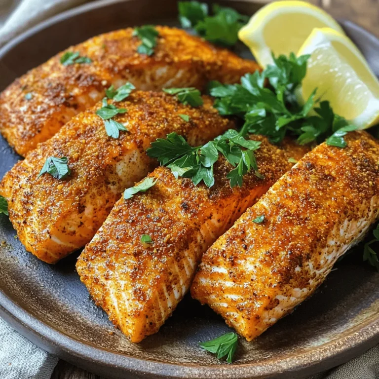 Um diesen köstlichen Lachs zu machen, brauchen Sie: - 4 Lachsfilets (je 170 g) - 2 Esslöffel Olivenöl Diese Hauptzutaten sind einfach zu finden und machen den Lachs saftig und lecker. Die Gewürze geben dem Lachs seinen besonderen Cajun-Geschmack. Sie benötigen: - 1 Esslöffel Cajun-Gewürzmischung - 1 Teelöffel Knoblauchpulver - 1 Teelöffel geräuchertes Paprika - 1/2 Teelöffel schwarzer Pfeffer - 1/2 Teelöffel Salz Mischen Sie diese Gewürze gut. Sie sorgen für eine tolle Würze, die den Lachs perfekt ergänzt. Um Ihren Lachs noch besser zu präsentieren, können Sie hinzufügen: - Zitronenspalten - Frische Petersilie Diese Garnituren bringen Farbe und Frische auf den Teller. Sie sorgen auch für einen schönen Geschmack, wenn Sie den Lachs servieren. Heizen Sie die Heißluftfritteuse auf 200°C (400°F) vor. Lassen Sie sie etwa 5 Minuten laufen. Diese Vorbereitung sorgt für eine gleichmäßige Hitze. So wird der Lachs außen knusprig und innen zart. Nehmen Sie eine kleine Schüssel. Fügen Sie 1 Esslöffel Cajun-Gewürzmischung, 1 Teelöffel Knoblauchpulver, 1 Teelöffel geräuchertes Paprika, 1/2 Teelöffel schwarzen Pfeffer und 1/2 Teelöffel Salz hinzu. Mischen Sie alles gut. Diese Mischung gibt dem Lachs seinen tollen Geschmack. Tupfen Sie die Lachsfilets mit Küchenpapier trocken. Dadurch wird die Haut knuspriger. Bestreichen Sie beide Seiten der Filets mit 2 Esslöffeln Olivenöl. Streuen Sie die Gewürzmischung gleichmäßig auf beide Seiten. Stellen Sie sicher, dass die Filets gut bedeckt sind. Legen Sie die gewürzten Lachsfilets in den Korb der Heißluftfritteuse. Achten Sie darauf, dass sie nicht überlappen. Garen Sie die Lachsfilets für 8 bis 10 Minuten. Der Lachs sollte leicht mit einer Gabel zerfallen und knusprig sein. Nach dem Garen lassen Sie den Lachs eine Minute ruhen, bevor Sie ihn servieren. Um den perfekten knusprigen Cajun-Lachs zu erzielen, sind einige Schritte wichtig. Zuerst sollten Sie die Lachsfilets gut abtrocknen. Feuchtigkeit kann die Knusprigkeit stark beeinträchtigen. Verwenden Sie Küchenpapier, um überschüssiges Wasser zu entfernen. Dann bestreichen Sie die Filets gleichmäßig mit Olivenöl. Das Öl hilft, eine schöne Kruste zu bilden. Streuen Sie die Gewürzmischung großzügig auf beide Seiten. Je mehr Gewürz, desto kräftiger der Geschmack. Die richtige Zeit und Temperatur sind entscheidend. Heizen Sie die Heißluftfritteuse auf 200°C vor. Garen Sie die Lachsfilets für 8 bis 10 Minuten. Überprüfen Sie nach 8 Minuten, ob der Lachs leicht zerfällt. Wenn nicht, lassen Sie ihn ein oder zwei Minuten länger. Dickere Filets benötigen mehr Zeit. Achten Sie darauf, die Filets nicht zu übergaren. Sonst wird der Lachs trocken und verliert seine zarte Textur. Zu Ihrem knusprigen Cajun-Lachs passen viele Beilagen. Eine frische Beilage wie ein gemischter Salat ist eine gute Wahl. Sie können auch gebratenes Gemüse oder Reis servieren. Kartoffeln in verschiedenen Formen sind ebenfalls lecker. Zitronenspalten und frische Petersilie sind ideale Garnituren. Sie bringen Farbe und Frische auf den Teller. {{image_4}} Cajun-Lachs ist vielseitig. Du kannst die Gewürze leicht ändern. Magst du es schärfer? Füge mehr Cayennepfeffer hinzu. Für einen süßen Geschmack, probiere Honig und Zimt. Du kannst auch italienische Kräuter verwenden. Diese geben dem Lachs einen anderen Geschmack. Experimentiere mit verschiedenen Mischungen. So bleibt das Gericht spannend. Du kannst Lachs auch ohne Heißluftfritteuse zubereiten. Eine Pfanne ist eine gute Wahl. Erhitze etwas Olivenöl in der Pfanne. Lege den gewürzten Lachs hinein. Brate ihn bei mittlerer Hitze 4-5 Minuten pro Seite. Der Lachs wird zart und knusprig. Auch der Grill ist eine tolle Option. Grille den Lachs einige Minuten auf jeder Seite, bis er gar ist. Wenn du keinen Lachs magst, probiere andere Fische. Forelle ist eine gute Wahl. Auch Kabeljau schmeckt gut mit Cajun-Gewürzen. Garnelen sind eine weitere Option. Sie brauchen weniger Zeit zum Garen. Stelle sicher, dass du die Garzeit anpasst. So bleiben alle Fische und Meeresfrüchte zart und schmackhaft. Um Lachs richtig zu lagern, lassen Sie ihn zuerst abkühlen. Wickeln Sie die Filets in Frischhaltefolie oder legen Sie sie in einen luftdichten Behälter. So bleibt der Lachs frisch und saftig. Sie können auch ein Stück Backpapier zwischen die Filets legen, um ein Zusammenkleben zu verhindern. Gekochter Lachs hält im Kühlschrank etwa 3 bis 4 Tage. Im Gefrierschrank kann er bis zu 3 Monate bleiben. Achten Sie darauf, ihn gut zu verpacken, um Gefrierbrand zu vermeiden. Beschriften Sie die Verpackung mit dem Datum, damit Sie wissen, wie lange er schon dort ist. Um den Lachs wieder zu erwärmen, nutzen Sie die Heißluftfritteuse oder den Ofen. Stellen Sie die Temperatur auf 150°C ein. Erwärmen Sie den Lachs für etwa 5 bis 7 Minuten. So bleibt er saftig und knusprig. Vermeiden Sie die Mikrowelle, da der Lachs schnell trocken werden kann. Es dauert 8 bis 10 Minuten, um Lachs in der Heißluftfritteuse zu garen. Die genaue Zeit kann variieren. Dickere Filets brauchen mehr Zeit. Teste den Lachs mit einer Gabel. Wenn er leicht zerfällt, ist er fertig. Stelle sicher, die Heißluftfritteuse vorher auf 200°C (400°F) vorzuheizen. Ja, du kannst gefrorenen Lachs verwenden, aber es ist besser, ihn vorher aufzutauen. Aufgetautes Filet gart gleichmäßiger und wird knuspriger. Wenn du gefrorenen Lachs nutzt, erhöhe die Garzeit um 2 bis 4 Minuten. Achte darauf, dass der Lachs gut gewürzt ist. Cajun-Gewürzmischung ist eine Mischung aus Gewürzen wie Paprika, Knoblauchpulver und Pfeffer. Sie gibt dem Lachs einen würzigen Kick. Du kannst sie in Supermärkten oder online kaufen. Du kannst auch deine eigene Mischung mit den Gewürzen herstellen, die du magst. Ja, es gibt gesündere Alternativen zu Olivenöl. Du kannst Avocadoöl oder Kokosöl verwenden. Diese Öle haben gesunde Fette und hohe Rauchpunkte. Sie eignen sich gut zum Braten und Frittieren. Experimentiere mit verschiedenen Ölen, um neue Geschmäcker zu entdecken. In diesem Artikel haben wir die Zutaten und die Zubereitung des knusprigen Cajun-Lachses besprochen. Ich habe euch Schritt für Schritt gezeigt, wie man die Heißluftfritteuse vorbereitet und die Lachsfilets perfekt würzt und gart. Außerdem gab es Tipps, um die Knusprigkeit zu erreichen und einige leckere Variationen. Zum Schluss habt ihr auch hilfreiche Lagerungshinweise und Antworten auf häufige Fragen erhalten. Kocht diesen Cajun-Lachs und genießt seinen tollen Geschmack!