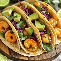 Für die scharfen Honig-Knoblauch-Garnelen-Tacos brauchen Sie frische Zutaten. Diese sorgen für den besten Geschmack. Hier sind die Hauptzutaten: - 450 g große Garnelen, geschält und entdarmt - 3 Esslöffel Honig - 2 Esslöffel Sojasauce - 2 Esslöffel frischer Limettensaft - 3 Knoblauchzehen, fein gehackt - 8 kleine Tortillas aus Mais oder Weizen Die Garnelen sind der Star dieses Gerichts. Sie sollten frisch sein und eine gute Größe haben. Wenn Sie gefrorene Garnelen verwenden, tauen Sie diese zuerst auf. Die Marinade gibt den Garnelen einen tollen Geschmack. Hier sind die Gewürze und Zutaten für die Marinade: - 1 Teelöffel Chilipulver - ½ Teelöffel Cayennepfeffer (nach Geschmack anpassen) - Salz und Pfeffer nach Geschmack Die Kombination aus Honig, Sojasauce, und Limettensaft ist perfekt. Sie sorgt für süße und salzige Noten. Chilipulver und Cayennepfeffer bringen die Schärfe. Sie können die Schärfe nach Ihrem Geschmack anpassen. Diese Tacos schmecken am besten mit frischen Beilagen. Hier sind einige Ideen: - 1 Avocado, in Scheiben geschnitten - 1 Tasse gehackter roter Kohl - Frischer Koriander, zur Garnitur - Limettenschnitze, zum Servieren Die Avocado bringt Cremigkeit in die Tacos. Der rote Kohl sorgt für einen knackigen Biss. Der Koriander fügt frische Aromen hinzu. Servieren Sie die Tacos mit Limettenschnitzen, damit jeder nach Belieben mehr Geschmack hinzufügen kann. Zuerst machen wir die Marinade. Nimm eine mittelgroße Schüssel. Füge 3 Esslöffel Honig, 2 Esslöffel Sojasauce und 2 Esslöffel frischen Limettensaft hinzu. Jetzt kommen 3 fein gehackte Knoblauchzehen dazu. Streue 1 Teelöffel Chilipulver und ½ Teelöffel Cayennepfeffer hinein. Schmecke mit Salz und Pfeffer ab. Vermische alles gut mit einem Schneebesen. Diese Marinade wird die Garnelen lecker machen. Jetzt kommen die Garnelen dran. Nimm 450 g große Garnelen, die geschält und entdarmt sind. Gib sie in die Schüssel mit der Marinade. Rühre die Garnelen vorsichtig um, sodass sie gleichmäßig mit Marinade bedeckt sind. Lasse sie für 15-20 Minuten bei Raumtemperatur marinieren. Das gibt den Garnelen viel Geschmack und macht sie zart. Erhitze eine beschichtete Pfanne bei mittlerer bis hoher Hitze. Füge die marinierten Garnelen hinzu und brate sie 2-3 Minuten auf jeder Seite. Sie sollten rosa und undurchsichtig sein. Gieße die aufbewahrte Marinade in die Pfanne und koche sie für 1-2 Minuten, bis sie leicht eindickt. Während die Garnelen braten, mache die Tortillas warm. Lege einige Scheiben Avocado auf jede Tortilla. Füge die scharfen Garnelen und eine Handvoll gehackten roten Kohl hinzu. Garniere alles mit frischem Koriander und serviere mit Limettenschnitzen. Wenn die Garnelen zäh werden, kann das an zu langem Kochen liegen. Garnelen sind zart. Sie sollten nur 2-3 Minuten pro Seite garen. Achten Sie darauf, dass die Garnelen rosa und undurchsichtig sind. Wenn Sie sie zu lange kochen, verlieren sie ihre schöne Textur. Eine gute Idee ist, die Hitze leicht zu reduzieren. So garen die Garnelen sanfter. Die Schärfe ist wichtig für den Geschmack. Sie können die Schärfe durch Cayennepfeffer anpassen. Beginnen Sie mit ½ Teelöffel. Wenn Sie es schärfer mögen, fügen Sie mehr hinzu. Chilipulver ist auch eine gute Wahl. Es gibt vielen Geschmäckern einen schönen Kick, ohne zu überwältigen. Probieren Sie die Marinade vor dem Kochen, um die richtige Schärfe zu finden. Garnieren macht die Tacos hübsch und lecker. Ich empfehle frischen Koriander. Er gibt einen tollen Geschmack. Avocado-Scheiben sind auch eine gute Wahl. Sie machen die Tacos cremig. Gehackter roter Kohl bringt Farbe und Crunch. Servieren Sie Limettenschnitze dazu. Jeder kann nach Belieben darüber träufeln. Das macht die Tacos frisch und spritzig. {{image_4}} Wenn Sie eine vegetarische Option möchten, probieren Sie gebratene Pilze oder Zucchini. Diese Gemüsesorten nehmen die Marinade gut auf. Sie erhalten einen ähnlichen Geschmack wie die Garnelen. Auch Tofu ist eine gute Wahl. Marinieren Sie ihn einfach wie die Garnelen. Tortillas sind nicht nur aus Mais oder Weizen. Sie können auch Blumenkohl-Tortillas oder glutenfreie Varianten verwenden. Diese Alternativen sind leicht und machen die Tacos interessant. Versuchen Sie auch Tortillas aus Süßkartoffeln für einen süßeren Geschmack. Fügen Sie Ihrer Taco-Füllung mehr Textur hinzu. Geben Sie geröstete schwarze Bohnen oder Quinoa hinzu. Diese Zutaten machen die Tacos sättigender. Auch frische Mango oder Ananas bringen eine fruchtige Note. Vergessen Sie nicht, etwas Feta oder Käse für mehr Geschmack hinzuzufügen. Um übrig gebliebene Tacos aufzubewahren, lege sie in einen luftdichten Behälter. Diese Tacos bleiben frisch, wenn du sie im Kühlschrank lagerst. Achte darauf, die Tacos nicht zu stapeln, um matschige Tortillas zu vermeiden. Sie halten sich so etwa zwei Tage. Die übrig gebliebene Garnelen-Marinade kannst du ebenfalls aufbewahren. Fülle sie in ein sauberes Glas und verschließe es gut. Im Kühlschrank bleibt sie frisch für bis zu drei Tage. Verwende die Marinade, um Gemüse oder andere Proteine zu marinieren. So nutzt du jeden Rest optimal. Um die übrig gebliebenen Tacos zu erwärmen, benutze eine Pfanne oder die Mikrowelle. In der Pfanne erwärmst du sie bei mittlerer Hitze für 1-2 Minuten pro Seite. In der Mikrowelle lege sie auf einen Teller und erwärme sie für 30 Sekunden. Achte darauf, sie nicht zu lange zu erhitzen, um die Tortillas weich zu halten. Die Garnelen können bis zu 20 Minuten in der Marinade bleiben. Zu langes Marinieren kann die Textur der Garnelen beeinträchtigen. Sie werden dann zäh und gummiartig. Eine Zeitspanne von 15 bis 20 Minuten reicht aus, um den Geschmack gut aufzunehmen. Denkt daran, die Garnelen bei Raumtemperatur marinieren zu lassen. So können sie gleichmäßig die Aromen aufnehmen. Ja, du kannst die Tacos ohne Alkohol zubereiten. In diesem Rezept kommt kein Alkohol vor. Die Sojasauce und der Limettensaft bringen viel Geschmack. Wenn du möchtest, kannst du auch einen Schuss Apfelessig hinzufügen. Das gibt den Tacos einen zusätzlichen Kick. So bleiben sie frisch und lecker. Es gibt viele tolle Beilagen für scharfe Tacos. Hier sind einige Vorschläge: - Guacamole: Diese cremige Avocado-Mischung passt perfekt zu den Tacos. - Salsa: Eine frische Salsa mit Tomaten und Zwiebeln bringt zusätzliche Frische. - Reis: Ein einfacher Reis kann eine gute Beilage sein. - Bohnen: Schwarze Bohnen oder Refried Beans sind nahrhaft und lecker. - Salat: Ein einfacher grüner Salat sorgt für einen frischen Kontrast. Diese Beilagen ergänzen die scharfen Garnelen und machen das Essen noch genussvoller. Die scharfen Honig-Knoblauch-Garnelen sind einfach lecker. Wir haben die besten Zutaten und die richtige Marinade besprochen. Außerdem habe ich Schritt-für-Schritt-Anleitungen gegeben, wie man sie zubereitet. Es gab auch nützliche Tipps, um Garnelen zart zu halten und die Schärfe anzupassen. Denke daran, dass du viele Variationen ausprobieren kannst. Vegetarische Alternativen und unterschiedliche Tortilla-Optionen sind toll. Halte die Reste frisch, damit du sie später wieder genießen kannst. Probiere die leckeren Tacos aus und passe sie nach deinem Geschmack an!