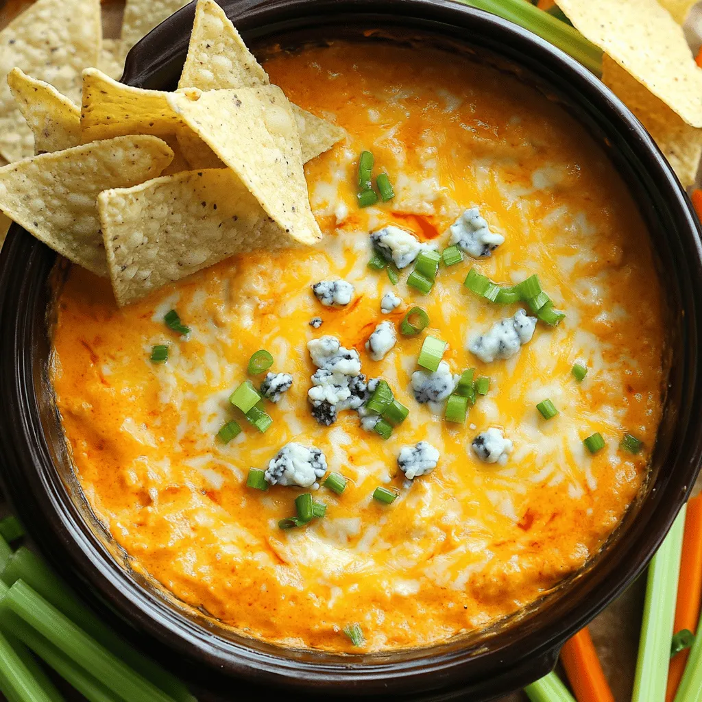 Für einen leckeren Buffalo Chicken Dip brauchst du einige Hauptzutaten. Diese sind einfach zu finden und machen den Dip cremig und würzig. Hier sind die Zutaten: - 2 Tassen zerkleinertes gekochtes Hähnchen - 1 (226 g) Paket Frischkäse, weichgeklopft - 1/2 Tasse Buffalo-Sauce (nach Geschmack anpassen) - 1 Tasse geriebener Cheddar-Käse - 1 Tasse Ranch-Dressing Diese Zutaten geben deinem Dip die Basis. Das zerkleinerte Hähnchen sorgt für Protein. Der Frischkäse macht ihn schön cremig. Die Buffalo-Sauce bringt die nötige Schärfe. Um den Geschmack noch besser zu machen, kannst du einige optionale Zutaten hinzufügen. Diese sind nicht nötig, aber sie geben dem Dip einen besonderen Kick: - 1/2 Tasse zerbröselter Blauschimmelkäse - 2 Frühlingszwiebeln, gehackt (zum Garnieren) Der Blauschimmelkäse fügt eine salzige Note hinzu. Die Frühlingszwiebeln bringen frische und Farbe. Du kannst sie einfach oben drauf streuen, bevor du servierst. Der Dip ist köstlich, aber er braucht auch etwas zum Dippen. Ich empfehle: - Tortilla-Chips - Selleriesticks - Karottensticks Diese Beilagen bieten einen schönen Kontrast zur Cremigkeit des Dips. Tortilla-Chips sind knusprig und lecker. Sellerie und Karotten sind frisch und knackig. Sie helfen, den Dip perfekt zu genießen. Zuerst sammeln wir alle Zutaten. Du brauchst: - 2 Tassen zerkleinertes gekochtes Hähnchen - 1 (226 g) Paket Frischkäse, weichgeklopft - 1/2 Tasse Buffalo-Sauce - 1 Tasse geriebener Cheddar-Käse - 1 Tasse Ranch-Dressing - 1/2 Tasse zerbröselter Blauschimmelkäse (optional) - 2 Frühlingszwiebeln, gehackt - Tortilla-Chips, Selleriesticks und Karottensticks Stelle sicher, dass das Hähnchen gut gekühlt und zerkleinert ist. Der Frischkäse sollte weich sein, damit er sich gut mischen lässt. Du kannst die Buffalo-Sauce nach deinem Geschmack anpassen. Gib nun den Frischkäse, das zerkleinerte Hähnchen, die Buffalo-Sauce, das Ranch-Dressing und die Hälfte des geriebenen Cheddar-Käses in den Slow Cooker. Mische alles gut, bis es eine homogene Masse ergibt. Decke den Slow Cooker ab und stelle ihn auf die niedrige Stufe. Lass das Gemisch 2-3 Stunden garen. Rühre zwischendurch um, damit alles gleichmäßig heiß wird. Sobald der Dip blubbert, füge den restlichen Cheddar-Käse und den Blauschimmelkäse hinzu. Decke den Slow Cooker erneut ab und lasse es weitere 15-30 Minuten köcheln, bis der Käse geschmolzen ist. Schalte den Slow Cooker aus und lass den Dip einige Minuten ruhen. Garniere den Dip mit den gehackten Frühlingszwiebeln. Diene den Dip mit Tortilla-Chips, Selleriesticks und Karottensticks. Jetzt ist dein cremiger Buffalo Chicken Dip bereit zum Genießen! Um die perfekte Konsistenz für deinen Buffalo Chicken Dip zu erreichen, achte auf die Mischung der Zutaten. Du solltest den Frischkäse gut weich schlagen, bevor du ihn mit dem Hähnchen und der Buffalo-Sauce vermischt. Dadurch wird es cremiger. Die richtige Menge Ranch-Dressing hilft auch dabei, den Dip nicht zu dick oder zu flüssig zu machen. Wenn der Dip zu dick ist, füge etwas mehr Ranch-Dressing hinzu. Wenn er zu dünn ist, lass ihn einfach etwas länger im Slow Cooker. Ein häufiger Fehler ist, den Dip zu lange kochen zu lassen. Wenn du den Dip zu lange bei niedriger Hitze lässt, kann er trocken werden. Rühre regelmäßig um, damit alle Zutaten gleichmäßig erhitzt werden. Ein weiterer Fehler ist, den Käse zu früh hinzuzufügen. Warte, bis der Dip fast fertig ist, um den Käse hinzuzufügen. So bleibt der Käse schön schmelzend und zieht nicht zu stark ein. Wenn du mehr Dip machen möchtest, kannst du die Zutaten einfach verdoppeln. Achte darauf, auch die Kochzeit zu verlängern. Bei weniger Portionen kannst du die Zutaten halbieren. Falls du den Geschmack verändern möchtest, probiere unterschiedliche Buffalo-Saucen. Einige sind schärfer, andere milder. Du kannst auch verschiedene Käsesorten verwenden, um neue Geschmäcker zu entdecken. Verliere nicht die Freude am Experimentieren! {{image_4}} Möchten Sie mehr Schärfe in Ihrem Dip? Fügen Sie einfach mehr Buffalo-Sauce hinzu. Sie können auch Jalapeños oder scharfe Paprika einmischen. Diese Zutaten bringen nicht nur Hitze, sondern auch ein tolles Aroma. Sie können auch eine Mischung aus verschiedenen scharfen Saucen ausprobieren, um neue Geschmäcker zu entdecken. Käse macht den Dip cremig und lecker. Neben Cheddar können Sie auch Gouda oder Monterey Jack verwenden. Gouda fügt eine süßliche Note hinzu, während Monterey Jack cremiger ist. Experimentieren Sie mit verschiedenen Käsesorten, um den perfekten Geschmack für Ihren Dip zu finden. Um eine vegetarische Version zu machen, ersetzen Sie das Hähnchen durch zerkleinerte Blumenkohlröschen. Diese nehmen die Würze der Sauce gut auf. Für eine gesündere Variante können Sie fettarmen Frischkäse und leichtes Ranch-Dressing verwenden. So bleibt der Geschmack intensiv, aber weniger schwer. Wenn du etwas Dip übrig hast, bewahre ihn gut auf. Lass den Dip zuerst abkühlen. Fülle ihn dann in einen luftdichten Behälter. So bleibt der Geschmack frisch. Du kannst den Dip im Kühlschrank 3 bis 5 Tage aufbewahren. Du kannst diesen Dip auch einfrieren. Fülle ihn in einen gefriergeeigneten Behälter. Achte darauf, etwas Platz zu lassen, da der Dip beim Einfrieren expandiert. Der Dip hält sich bis zu 3 Monate im Gefrierfach. Wenn du den Dip wieder aufwärmen möchtest, gehe vorsichtig vor. Du kannst ihn in der Mikrowelle oder auf dem Herd erhitzen. Wenn du die Mikrowelle nutzt, erwärme ihn in kurzen Intervallen. Rühre ihn zwischendurch um. Auf dem Herd solltest du ihn bei niedriger Hitze sanft erwärmen. Füge etwas Wasser oder Brühe hinzu, wenn er zu dick ist. So bleibt der Dip cremig und lecker. Buffalo Chicken Dip kann bis zu fünf Tage im Kühlschrank bleiben. Stellen Sie sicher, dass Sie ihn in einem luftdichten Behälter aufbewahren. Wenn er länger hält, wird der Geschmack nicht mehr frisch. Überprüfen Sie immer auf Geruch oder Veränderungen. Das hilft Ihnen, sicherzustellen, dass Ihr Dip gut ist. Ja, Sie können diesen Dip im Voraus machen. Bereiten Sie ihn einfach einen Tag vorher vor und lassen Sie ihn im Kühlschrank stehen. Am Tag des Servierens können Sie ihn direkt in den Slow Cooker geben. Das spart Zeit bei Ihrer nächsten Party oder beim Spieltag. Die besten Beilagen sind Tortilla-Chips, Selleriesticks und Karottensticks. Diese Snacks passen perfekt zu dem cremigen, würzigen Dip. Sie bieten einen tollen Kontrast zu der reichen Textur des Dips und machen das Essen noch mehr Spaß. Buffalo Chicken Dip ist einfach zuzubereiten und super lecker. Wir haben die Haupt- und optionalen Zutaten sowie die besten Beilagen besprochen. Das Schritt-für-Schritt-Rezept erklärt, wie du den Dip perfekt machst. Tipps helfen dir, Fehler zu vermeiden und die Konsistenz zu perfektionieren. Variationen sorgen für neuen Geschmack, während die Lagerinfos erklären, wie du Reste aufbewahrst. Denke daran, diesen Dip zu teilen und mit Freunden zu genießen. Eure nächste Party wird mit diesem Rezept ein Hit!
