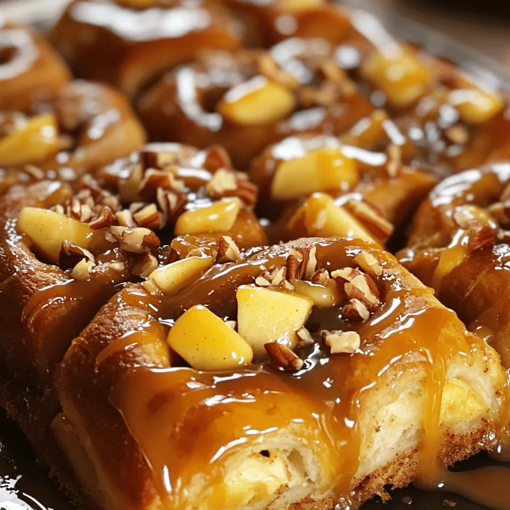 Für unser Karamell Apfel Zimtbrötchen Zupfbrot brauchen wir folgende Hauptzutaten: - 2 Dosen gekühlter Zimtschneigenteig (jeweils mit 8 Rollen) - 2 mittelgroße Äpfel, geschält, entkernt und gewürfelt (ca. 2 Tassen) - 1 Tasse Karamellsauce (aus dem Geschäft gekauft oder selbstgemacht) - 1 Esslöffel gemahlener Zimt - ½ Tasse brauner Zucker - ¼ Tasse Butter, geschmolzen Diese Zutaten sind die Basis für unseren leckeren Genuss. Die Zimtschnecken bringen einen tollen Geschmack und die Äpfel fügen Frische hinzu. Um das Zupfbrot noch besser zu machen, fügen wir einige Gewürze und Ergänzungen hinzu: - ½ Tasse gehackte Nüsse (Pecannüsse oder Walnüsse, optional) - 1 Esslöffel Vanilleextrakt - Eine Prise Salz Der Zimt und das Salz heben die Süße der Äpfel und der Karamellsauce hervor. Die Nüsse geben einen tollen Crunch. Wenn Sie kreativ sein wollen, können Sie folgende optionale Zutaten verwenden: - Andere Früchte wie Birnen oder Kirschen - Schokoladenstückchen für extra Süße - Weitere Gewürze wie Muskatnuss oder Ingwer für mehr Aroma Diese Optionen machen das Rezept sehr flexibel. Experimentieren Sie und finden Sie Ihre perfekte Mischung! Heizen Sie Ihren Ofen auf 175°C vor. Nehmen Sie eine Kastenform und fetten Sie sie leicht ein. Sie können Kochspray oder Butter verwenden. So bleibt das Brot nicht kleben. Eine gut gefettete Form sorgt für ein einfaches Herauslösen. Nehmen Sie die geschälten und entkernten Äpfel. Schneiden Sie sie in kleine Würfel. Geben Sie die Äpfel in eine große Schüssel. Fügen Sie gemahlenen Zimt, braunen Zucker und eine Prise Salz hinzu. Mischen Sie alles gut. Durch das Mischen ziehen die Aromen in die Äpfel ein. Öffnen Sie die Dosen mit dem Zimtschneigenteig. Trennen Sie die Rollen und schneiden Sie jede Rolle in vier Stücke. Diese Stücke sind leicht zu handhaben. Gießen Sie die geschmolzene Butter über die Stücke. Mischen Sie alles gut, bis jedes Stück bedeckt ist. Beginnen Sie mit einer Schicht Zimtschnecken im Boden der Kastenform. Streuen Sie die Hälfte der Apfelmischung darauf. Wenn Sie möchten, fügen Sie die Hälfte der gehackten Nüsse hinzu. Wiederholen Sie den Schichtvorgang. Fügen Sie eine weitere Schicht Zimtschneckenstücke hinzu. Danach kommt die restliche Apfelmischung und die Nüsse. Beenden Sie mit einer letzten Schicht Zimtschneckenstücken. Gießen Sie die Karamellsauce gleichmäßig obenauf. Backen Sie das Brot 30-35 Minuten lang. Es sollte goldbraun und durchgebacken sein. Nach dem Backen lassen Sie das Brot etwa 10 Minuten abkühlen. Dann können Sie es auf eine Servierplatte übertragen. Um den Geschmack zu verbessern, verwenden Sie frische Äpfel. Äpfel wie Granny Smith geben einen tollen, frischen Geschmack. Mischen Sie auch verschiedene Zimtarten. Zum Beispiel kann Cassia-Zimt eine tiefere Note bieten. Fügen Sie auch einen Spritzer Zitronensaft zu den Äpfeln hinzu. Das hebt die Aromen und verhindert, dass die Äpfel braun werden. Für die perfekte Konsistenz achten Sie darauf, die Zimtschnecken gleichmäßig zu schneiden. Alle Stücke sollten gleich groß sein. So backen sie gleichmäßig. Übertreiben Sie nicht mit der Karamellsauce. Eine gleichmäßige Schicht sorgt dafür, dass das Brot nicht zu nass wird. Lassen Sie das Brot nach dem Backen etwas abkühlen. Dadurch wird es einfacher, es zu schneiden und zu servieren. Servieren Sie das Zupfbrot warm. Das macht es besonders einladend. Beträufeln Sie es mit zusätzlicher Karamellsauce für einen schönen Glanz. Streuen Sie gehackte Nüsse darüber für einen tollen Crunch. Eine Prise Puderzucker verleiht dem Brot einen festlichen Look. Verwenden Sie ein schönes Tablett oder eine Holzplatte zum Servieren. So wird Ihr Zupfbrot zum echten Hingucker! {{image_4}} Sie können beim Zupfbrot kreativ sein. Äpfel sind klasse, aber versuchen Sie auch Birnen oder Pfirsiche. Diese Früchte geben eine schöne Note. Schneiden Sie die Früchte einfach in kleine Stücke. Mischen Sie sie mit Zimt und Zucker, genau wie bei den Äpfeln. Sie können auch Trockenfrüchte wie Cranberries oder Rosinen verwenden. Diese bringen eine süße Überraschung. Wenn Sie eine vegane Version möchten, ersetzen Sie die Butter durch pflanzliches Öl. Verwenden Sie auch einen veganen Zimtschneigenteig. Für glutenfreie Optionen brauchen Sie glutenfreien Teig. Achten Sie darauf, dass auch die Karamellsauce ohne Milchprodukte ist. So bleibt der Genuss erhalten, ohne auf irgendetwas zu verzichten. Toppings machen das Zupfbrot noch besser. Streuen Sie vor dem Servieren Nüsse oder Kokosflocken darüber. Ein wenig Puderzucker sorgt für einen süßen Look. Für mehr Geschmack können Sie auch Schokoladensauce oder ein wenig Sahne obendrauf geben. Diese Extras sind einfach und bringen Abwechslung ins Spiel. Um das Karamell Apfel Zimtbrötchen Zupfbrot frisch zu halten, lege es in einen luftdichten Behälter. Du kannst auch Frischhaltefolie verwenden. Achte darauf, dass das Brot vollständig abgekühlt ist, bevor du es verpackst. So bleibt die Feuchtigkeit im Brot und es trocknet nicht aus. Wenn du Reste hast, kannst du sie einfach aufwärmen. Heize deinen Ofen auf 150°C (300°F) vor. Lege das Zupfbrot auf ein Backblech und wärme es für etwa 10 Minuten. So wird es warm und der Karamell wird wieder schön klebrig. Du kannst auch die Mikrowelle nutzen. Stelle die Reste für 20-30 Sekunden bei mittlerer Hitze ein. Das Zupfbrot bleibt bei richtiger Lagerung etwa 3-4 Tage frisch. Wenn du es länger aufbewahren möchtest, friere es ein. Schneide das Brot in Stücke und lege sie in einen gefriergeeigneten Beutel. So bleibt es bis zu 2 Monate haltbar. Zum Auftauen, lasse es einfach im Kühlschrank über Nacht. Danach kannst du es aufwärmen und genießen! Um die Zimtschnecken selbst zu machen, brauchen Sie einfachen Zimtschneigenteig. Sie können ihn kaufen oder selbst machen. Wenn Sie ihn selbst machen, mischen Sie Mehl, Zucker, Hefe, Wasser und Butter. Lassen Sie den Teig gehen, bis er aufgeht. Rollen Sie den Teig dann aus und bestreichen Sie ihn mit einer Mischung aus Zucker und Zimt. Rollen Sie den Teig auf und schneiden Sie ihn in Stücke. Ja, Sie können das Rezept im Voraus vorbereiten. Bereiten Sie die Apfelmischung und die Zimtschnecken am Vortag vor. Schichten Sie alles in die Form und decken Sie es ab. Stellen Sie die Form in den Kühlschrank. Am Backtag nehmen Sie die Form heraus und lassen sie etwas Raumtemperatur annehmen, bevor Sie sie backen. Das Backen dauert etwa 30 bis 35 Minuten. Überprüfen Sie das Brot, wenn es goldbraun aussieht. Sie können einen Zahnstocher in die Mitte stecken. Wenn er sauber herauskommt, ist das Brot fertig. Lassen Sie es danach für 10 Minuten in der Form abkühlen. Das Zupfbrot ist einfach und lecker. Wir haben die Hauptzutaten und tolle Ergänzungen besprochen. Die Schritt-für-Schritt-Anleitung macht das Backen zum Kinderspiel. Außerdem gab es nützliche Tipps für den perfekten Geschmack und die schöne Präsentation. Viele Variationen sind möglich, um das Brot an Ihren Geschmack anzupassen. Die Lagerhinweise helfen, Frische und Haltbarkeit zu sichern. Experimentieren Sie mit den Tipps und genießen Sie Ihr selbstgemachtes Zupfbrot!