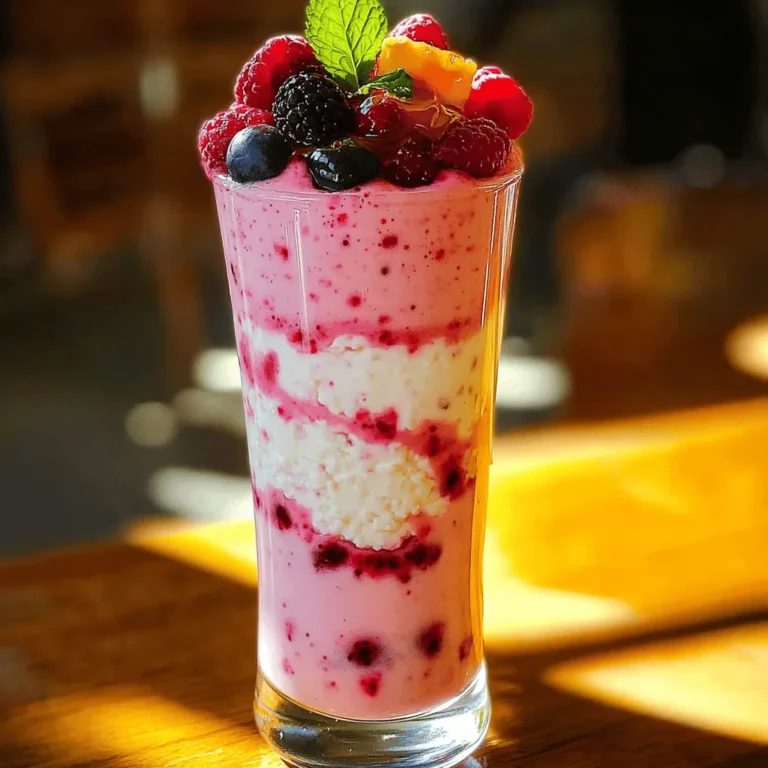 Für deinen kraftvollen High-Protein Berry Cheesecake Smoothie brauchst du: - 1 Tasse frische oder gefrorene gemischte Beeren (Erdbeeren, Blaubeeren, Himbeeren) - 1/2 Tasse griechischer Joghurt (natur oder aromatisiert) - 1/4 Tasse Hüttenkäse - 1 Esslöffel Honig oder Ahornsirup (nach Geschmack anpassen) - 1 Esslöffel Chiasamen - 1/2 Teelöffel Vanilleextrakt - 1/2 Tasse Milch (Milchprodukte oder pflanzlich, z.B. Mandel- oder Hafermilch) - Eiswürfel (optional, für eine cremigere Konsistenz) - Frische Beeren und ein Minzblatt zur Garnitur Jede Zutat in deinem Smoothie hat wichtige Nährstoffe: - Gemischte Beeren: Voller Antioxidantien und Vitamine, sie unterstützen dein Immunsystem. - Griechischer Joghurt: Reich an Protein und Probiotika, gut für die Verdauung. - Hüttenkäse: Mehr Protein für Muskeln und wenig Fett. - Chiasamen: Sie liefern Ballaststoffe und Omega-3-Fettsäuren. - Honig oder Ahornsirup: Natürliche Süße, die Energie gibt. - Milch: Versorgt dich mit Kalzium und weiteren Proteinen. Du kannst die Zutaten nach deinem Geschmack anpassen: - Beeren: Nutze deine Lieblingsfrüchte wie Kirschen oder Pfirsiche. - Joghurt: Ersetze griechischen Joghurt durch Soja- oder Kokosjoghurt für eine vegane Option. - Süße: Verwende Stevia oder Dattelsirup, wenn du weniger Zucker möchtest. - Milch: Probiere Kokosmilch oder Erbsenmilch für einen anderen Geschmack. - Extra Nährstoffe: Füge Spinat, Proteinpulver oder Nüsse hinzu für mehr Gesundheit. Diese Vielfalt macht deinen Smoothie lecker und nahrhaft! Um deinen Kraftvollen High-Protein Berry Cheesecake Smoothie zuzubereiten, beginne mit der Auswahl der Zutaten. Du brauchst: - 1 Tasse frische oder gefrorene gemischte Beeren (Erdbeeren, Blaubeeren, Himbeeren) - 1/2 Tasse griechischer Joghurt - 1/4 Tasse Hüttenkäse - 1 Esslöffel Honig oder Ahornsirup - 1 Esslöffel Chiasamen - 1/2 Teelöffel Vanilleextrakt - 1/2 Tasse Milch (deine Wahl) - Eiswürfel (optional) Sorge, dass die Beeren gut gewaschen sind, wenn du frische verwendest. Wenn du gefrorene Beeren nimmst, kannst du sie direkt verwenden. Mische die Joghurt- und Hüttenkäse-Mengen gut, um Klumpen zu vermeiden. Jetzt kommen die spannenden Schritte! Gib alle Zutaten in deinen Mixer. Beginne mit den Beeren, gefolgt von Joghurt und Hüttenkäse. Füge dann Honig, Chiasamen, Vanilleextrakt und Milch hinzu. - Mixe alles auf hoher Stufe. - Achte darauf, dass die Mischung schön cremig wird. - Wenn du es dicker magst, füge einige Eiswürfel hinzu und mixe erneut. Das Mixen sollte etwa 30 Sekunden dauern. Probiere den Smoothie, um zu sehen, ob die Süße deinem Geschmack entspricht. Wenn er nicht süß genug ist, füge mehr Honig oder Ahornsirup hinzu. Für eine noch cremigere Textur kannst du mehr Joghurt oder Hüttenkäse verwenden. Wenn der Smoothie zu dick ist, gib einen Schuss Milch hinzu. Mixe erneut, bis du die perfekte Konsistenz findest. Gieße den Smoothie in ein Glas und dekoriere ihn mit frischen Beeren und einem Minzblatt. So sieht dein Smoothie nicht nur toll aus, sondern schmeckt auch großartig! Um deinen High-Protein Berry Cheesecake Smoothie perfekt zuzubereiten, benutze frische oder gefrorene Beeren. Sie geben dem Smoothie einen tollen Geschmack. Wenn du gefrorene Beeren wählst, brauchst du weniger Eis. Das macht deinen Smoothie cremiger und kälter. Achte darauf, die Zutaten gut zu messen. Das sorgt für die richtige Konsistenz. Mixe die Zutaten auf hoher Stufe. Beginne mit den weicheren Zutaten wie Joghurt und Hüttenkäse. Füge die Beeren danach hinzu. Dadurch zerkleinern sie besser. Wenn du eine dickere Textur magst, füge einige Eiswürfel hinzu. Mixe weiter, bis alles gut vermischt und schaumig ist. Probiere den Smoothie zwischendurch. So kannst du die Süße anpassen. Du kannst den Smoothie leicht aufpeppen. Füge eine Banane für mehr Süße und Cremigkeit hinzu. Auch Spinat oder Grünkohl sind tolle Ergänzungen. Sie bringen viele Vitamine, ohne den Geschmack zu verändern. Eine Handvoll Nüsse oder Samen kann auch helfen. Sie geben gesunde Fette und Proteine. Experimentiere mit deinen Lieblingszutaten! {{image_4}} Du kannst mit verschiedenen Früchten spielen. Probiere zum Beispiel, Mango oder Banane hinzuzufügen. Diese Früchte bringen eine süße Note. Wenn du es gerne frisch magst, probiere Kiwi oder Ananas. Die Kombination von Beeren und diesen Früchten sorgt für einen tollen Geschmack. Für eine vegane Version tausche den griechischen Joghurt und Hüttenkäse aus. Nutze stattdessen pflanzlichen Joghurt aus Soja oder Kokosnuss. Auch für die Milch kannst du Mandel- oder Hafermilch verwenden. Mit diesen Zutaten bleibt der Smoothie cremig und lecker. Um deinen Smoothie noch gesünder zu machen, füge probiotische Zutaten hinzu. Zum Beispiel kannst du einen Esslöffel Kefir einmischen. Das gibt einen zusätzlichen Gesundheitskick. Auch eine Handvoll Spinat kann eine gute Wahl sein. So erhältst du mehr Nährstoffe, ohne den Geschmack zu verändern. Um deinen High-Protein Berry Cheesecake Smoothie frisch zu halten, stelle ihn in den Kühlschrank. Verwende einen luftdichten Behälter. Der Smoothie bleibt so ein bis zwei Tage genießbar. Wenn du ihn länger aufbewahren möchtest, ist das Einfrieren eine bessere Option. Um den Smoothie einzufrieren, fülle ihn in einen sicheren Behälter. Lasse etwas Platz oben, damit er beim Gefrieren Raum hat. Du kannst auch Eiswürfelformen verwenden. So hast du Portionen, die du schnell auftauen kannst. Um den Smoothie zu genießen, lasse ihn einfach über Nacht im Kühlschrank auftauen. Bewahre die Zutaten für den Smoothie getrennt auf. Frische Beeren solltest du im Kühlschrank lagern. Greek Joghurt und Hüttenkäse halten sich auch gut im Kühlschrank. Chiasamen und Vanilleextrakt kannst du in einem kühlen, trockenen Ort aufbewahren. So bleiben alle Zutaten frisch und bereit für deinen nächsten Smoothie! Der High-Protein Beeren-Käsekuchen-Smoothie hat etwa 300 Kalorien pro Portion. Die Kalorien kommen aus den frischen Beeren, dem griechischen Joghurt und dem Hüttenkäse. Diese Zutaten sind nahrhaft und liefern viele Proteine. Beeren haben wenig Zucker und viele Vitamine. Griechischer Joghurt hat auch gesunde Fette. Ja, du kannst den Smoothie im Voraus zubereiten. Mache ihn einfach am Abend davor. Fülle ihn in einen luftdichten Behälter und stelle ihn in den Kühlschrank. Wenn du ihn am nächsten Tag trinkst, schüttle den Behälter gut. So bleiben die Nährstoffe frisch. Du kannst auch Eiswürfel hinzufügen, um ihn kälter und cremiger zu machen. Für Smoothies sind Hochleistungsmixer am besten. Sie können Früchte und Joghurt gut zerkleinern. Ein guter Mixer hat eine starke Leistung von mindestens 600 Watt. Beliebte Marken sind Vitamix und Ninja. Du kannst auch einen einfachen Standmixer nutzen, wenn du keine große Menge machst. Achte darauf, dass die Klingen scharf sind, um eine glatte Konsistenz zu erhalten. Der Smoothie ist einfach zuzubereiten und bietet viele Vorteile. Wir haben die Zutaten, die Nährstoffe und Variationen besprochen. Die Schritt-für-Schritt-Anleitung macht das Mixen leicht. Tipps helfen dir, den perfekten Smoothie zu bekommen. Denk daran, dass das Einfrieren und die Lagerung wichtig sind. Du kannst viele Fragen klären, wie Kalorien und Mixerwahl. Nutze diese Infos, um gesünder zu leben und Freude am Mixen zu haben. Jetzt bist du bereit, deinen besten Smoothie zu kreieren. Viel Spaß beim Ausprobieren!