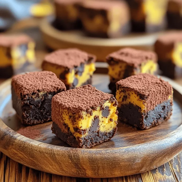 - 1 Tasse Kürbispüree - 1 Tasse Cottage Cheese - 1/2 Tasse Honig oder Ahornsirup Die Hauptzutaten geben den Brownie Bites ihren einzigartigen Geschmack. Kürbispüree sorgt für Feuchtigkeit und einen tollen Herbstgeschmack. Cottage Cheese macht sie cremig und nahrhaft. Der Honig oder Ahornsirup bringt die nötige Süße und passt gut zu den anderen Zutaten. - 1/2 Tasse Vollkornmehl - 1/3 Tasse Kakaopulver - 1/2 Teelöffel Backnatron - 1/4 Teelöffel Salz - 1/2 Teelöffel gemahlener Zimt - 1/4 Teelöffel Muskatnuss Die trockenen Zutaten geben Struktur und Geschmack. Vollkornmehl ist gesund und sorgt für eine gute Textur. Kakaopulver bringt den Schokoladengeschmack, während Zimt und Muskatnuss die Mischung aufpeppen. Backnatron hilft den Bites zu steigen und das Salz verstärkt die Aromen. - 1/3 Tasse geschmolzenes Kokosöl - 1 Teelöffel Vanilleextrakt - 1/2 Tasse dunkle Schokoladenstückchen Weitere Zutaten sind wichtig für das Gesamtbild. Geschmolzenes Kokosöl sorgt für gesunde Fette und einen feinen Geschmack. Vanilleextrakt bringt eine süße Tiefe. Dunkle Schokoladenstückchen machen diese Brownie Bites unwiderstehlich. Sie sind der perfekte Abschluss für dieses leckere Rezept. Heize deinen Ofen auf 175°C vor. Das sorgt dafür, dass die Brownie Bites gleichmäßig backen. Bereite ein Muffinblech vor. Du kannst es mit Papierförmchen auslegen oder leicht fetten. Dies hilft, die Brownies später leicht herauszunehmen. In einer großen Rührschüssel vermische das Kürbispüree, Cottage Cheese und Honig. Rühre gut, bis die Masse glatt ist. Füge dann das geschmolzene Kokosöl und den Vanilleextrakt hinzu. Diese Zutaten sorgen für einen tollen Geschmack und eine feuchte Textur. Sie bilden die Basis für die leckeren Brownie Bites. Nimm eine separate Schüssel. Mische das Vollkornmehl, Kakaopulver, Backnatron, Salz, Zimt und Muskatnuss darin. Diese Mischung gibt den Brownie Bites ihre Struktur und den Schokoladengeschmack. Gib die trockenen Zutaten nach und nach in die feuchte Mischung. Rühre vorsichtig, bis alles gut vermischt ist. Übermische nicht, sonst werden die Brownies hart. Hebe die dunklen Schokoladenstückchen unter den Teig. Verteile mit einem Esslöffel etwa 1 Esslöffel Teig in jede Muffinform. Fülle sie etwa zur Hälfte. Backe die Brownie Bites im vorgeheizten Ofen für 15-18 Minuten. Prüfe mit einem Zahnstocher, ob sie fertig sind. Wenn der Zahnstocher sauber herauskommt, sind sie perfekt. Lass die Brownie Bites etwa 5 Minuten im Blech auskühlen. Danach lege sie auf ein Kuchengitter, damit sie vollständig abkühlen. - Kontrolle der Backzeit: Backe die Brownie Bites für 15 bis 18 Minuten. Die genaue Zeit hängt von deinem Ofen ab. Halte sie im Auge, um ein Überbacken zu vermeiden. - Verwendung von Zahnstocher-Prüfung: Stecke einen Zahnstocher in die Mitte der Brownie Bites. Wenn er sauber herauskommt, sind sie fertig. - Vermeidung von Übermischung: Rühre die trockenen Zutaten langsam unter die feuchten. Zu viel Rühren macht den Teig zäh. - Hinweise zu Teigkonsistenz: Der Teig sollte dick, aber nicht trocken sein. Er sollte gut zusammenhalten, aber leicht fließen. - Serviervorschläge: Lege die Brownie Bites auf einen hübschen Teller. Sie sehen toll aus, wenn du sie ansprechend anrichtest. - Dekorationsideen: Bestäube die Bites leicht mit Puderzucker oder Kakaopulver. Ein Hauch von Zimt kann auch gut aussehen. {{image_4}} Für die Cottage Cheese Pumpkin Brownie Bites kannst du verschiedene Süßungsmittel nutzen. Stevia ist eine gute Wahl für weniger Zucker. Agavendicksaft gibt einen anderen Geschmack. Du kannst auch Nüsse oder Trockenfrüchte hinzufügen. Walnüsse oder Mandeln geben einen tollen Crunch. Getrocknete Cranberries oder Rosinen fügen eine süße Note hinzu. Diese Varianten machen die Brownie Bites noch leckerer. Zusätzlich kannst du die Gewürze anpassen. Ingwer bringt einen scharfen Kick. Nelken verleihen einen warmen, würzigen Geschmack. Diese Gewürze passen perfekt zu Kürbis. Außerdem kannst du verschiedene Schokoladensorten verwenden. Milchschokolade macht die Brownies süßer. Weiße Schokolade sorgt für eine cremige Textur. Experimentiere mit diesen Optionen, um deinen perfekten Bissen zu finden. Wenn du glutenfrei essen möchtest, kannst du glutenfreies Mehl nutzen. So bleiben die Brownie Bites leicht und lecker. Für eine vegane Variante ersetze den Cottage Cheese. Pflanzliche Joghurtalternativen funktionieren gut. Verwende auch einen pflanzlichen Süßstoff. Diese Anpassungen machen das Rezept für alle zugänglich. Die Brownie Bites sind am besten im Kühlschrank. Lagere sie in einem luftdichten Behälter. So bleiben sie frisch und saftig. Du kannst sie bis zu einer Woche dort aufbewahren. Wenn du sie länger genießen möchtest, friere sie ein. Um die Brownie Bites einzufrieren, lasse sie zuerst vollständig abkühlen. Lege sie dann in einen gefrierfesten Behälter oder eine Tüte. Achte darauf, die Luft herauszudrücken. Sie sind bis zu drei Monate haltbar. Zum Auftauen nimm die Brownie Bites einfach aus dem Gefrierfach. Lass sie bei Raumtemperatur auftauen oder wärme sie kurz im Ofen auf. So bleiben sie weich und lecker. Die Haltbarkeit der Brownie Bites hängt von der Lagerung ab. Achte auf das Aussehen und den Geruch. Wenn sie trocken oder schimmelig sind, entsorge sie. Frische Brownie Bites sollten feucht und duftend sein. Überprüfe regelmäßig, ob sie noch gut sind, besonders nach ein paar Tagen im Kühlschrank. Dieses Rezept ergibt 24 Brownie Bites. Jede Portion hat einen tollen Geschmack und eine angenehme Konsistenz. Wenn man die Zutaten betrachtet, hat jede Portion etwa 80 Kalorien. Dies kann je nach den verwendeten Zutaten variieren. Ja, du kannst das Rezept anpassen! Du kannst zum Beispiel den Honig durch Agavendicksaft ersetzen. Auch die Schokoladenstückchen kannst du variieren. Nüsse oder Trockenfrüchte sind auch eine gute Idee. Sie bringen zusätzlichen Geschmack und Textur. Sei kreativ und finde deinen Lieblingsmix! Die Brownie Bites sind im Kühlschrank etwa 5 bis 7 Tage haltbar. Am besten bewahrst du sie in einem luftdichten Behälter auf. So bleiben sie frisch und lecker. Wenn du sie länger aufbewahren möchtest, friere sie einfach ein. So bleiben sie bis zu 3 Monate gut. Ja, du kannst auch andere Käsesorten verwenden. Ricotta oder Quark sind gute Alternativen. Beachte aber, dass der Geschmack und die Textur sich leicht ändern können. Cottage Cheese macht die Brownie Bites besonders cremig. Wenn du eine andere Sorte wählst, teste es aus und finde heraus, was dir am besten gefällt! Diese Brownie Bites sind einfach zu machen und sehr lecker. Wir haben die Hauptzutaten wie Kürbispüree, Cottage Cheese und Honig zusammengebracht. Die Mischung aus trockenen Zutaten bringt tollen Geschmack. Den Ofen auf 175°C vorzuheizen ist wichtig für das Backergebnis. Du kannst die Brownies anpassen und variieren, um neue Geschmäcker zu erkunden. Denke daran, wie du sie lagern oder einfrieren kannst, damit sie frisch bleiben. Experimentiere mit den Tipps und genieße deine köstlichen Brownie Bites!