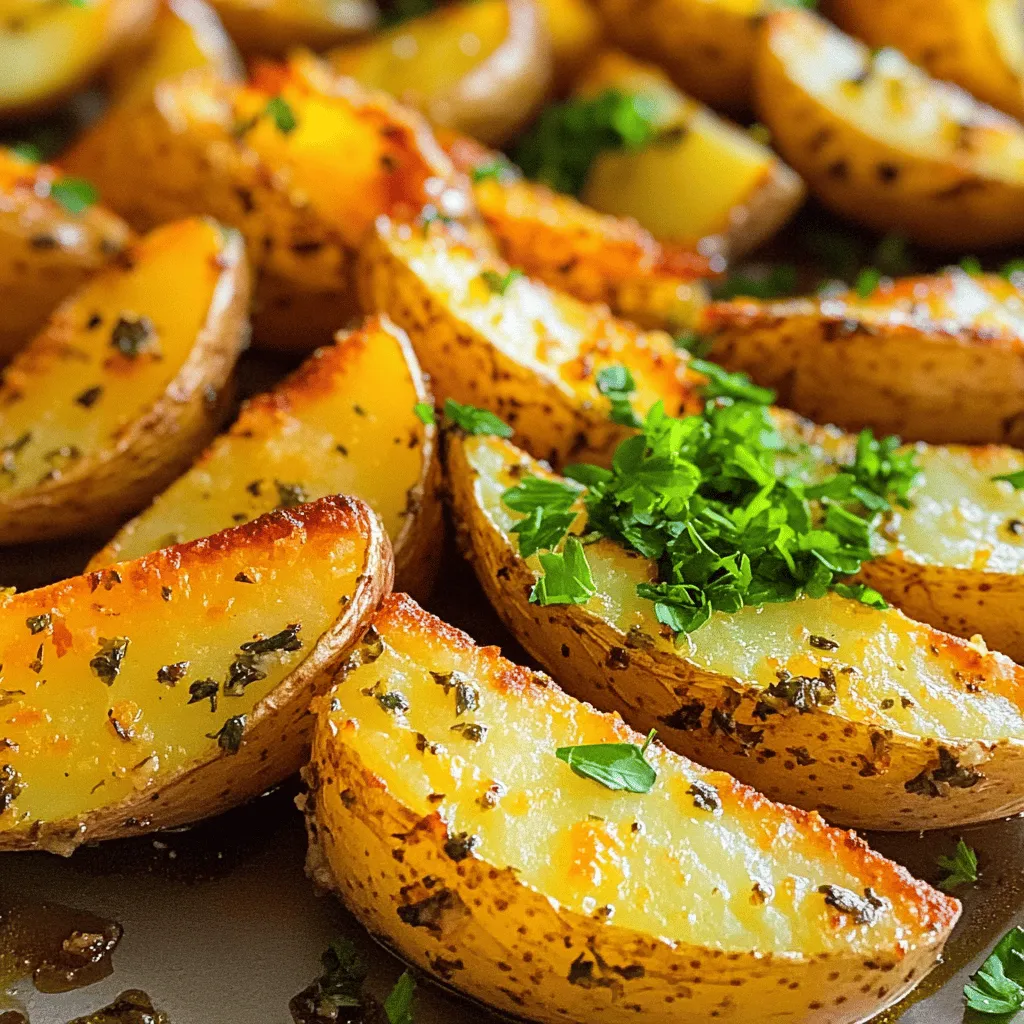 - 4 mittelgroße Russet-Kartoffeln - 4 Esslöffel Olivenöl - 5 Knoblauchzehen - 2 Teelöffel getrockneter Rosmarin - 1 Teelöffel getrockneter Thymian - 1 Teelöffel Paprika - Salz und Pfeffer - Frische Petersilie Für die perfekten Knoblauch Kräuter Röstkartoffelspalten brauchst du frische Zutaten. Beginne mit den Kartoffeln. Russet-Kartoffeln sind ideal, weil sie knusprig werden. Wasche sie gründlich und schneide sie in Spalten. Das Olivenöl bringt Geschmack und hilft beim Rösten. Du brauchst vier Esslöffel. Achte darauf, dass das Öl von guter Qualität ist. Nun kommen die Gewürze. Die Knoblauchzehen geben den Kartoffeln einen tollen Geschmack. Hacke fünf Zehen fein. Rosmarin und Thymian sind klassisch und passen gut. Verwende zwei Teelöffel Rosmarin und einen Teelöffel Thymian. Paprika fügt eine schöne Farbe hinzu und bringt etwas Wärme. Ein Teelöffel reicht aus. Vergiss nicht Salz und Pfeffer, um alles abzurunden. Für die Garnitur nutze frische Petersilie. Sie macht die Röstkartoffeln bunt und frisch. Hacke sie fein und streue sie über die fertigen Kartoffeln. So wird dein Gericht noch ansprechender. Heize deinen Ofen auf 220°C (425°F) vor. Dies sorgt für eine knusprige Textur. Bereite ein Backblech vor, indem du es mit Backpapier auslegst. Das Backpapier erleichtert die Reinigung und verhindert, dass die Kartoffeln ankleben. In einer großen Schüssel gieße 4 Esslöffel Olivenöl. Füge 5 fein gehackte Knoblauchzehen, 2 Teelöffel getrockneten Rosmarin, 1 Teelöffel getrockneten Thymian und 1 Teelöffel Paprika hinzu. Streue Salz und Pfeffer nach Geschmack in die Mischung. Rühre alles gut um, bis die Zutaten gut vermischt sind. Dies gibt den Kartoffeln viel Geschmack. Nimm 4 mittelgroße Russet-Kartoffeln und wasche sie gründlich. Schneide sie in gleichmäßige Spalten. Gib die Kartoffelspalten in die Schüssel mit der Marinade. Wende die Spalten vorsichtig in der Mischung. Achte darauf, dass jede Spalte gut bedeckt ist. Das sorgt für einen leckeren Geschmack. Verteile die Kartoffelspalten gleichmäßig auf dem Backblech. Stelle sicher, dass sie nicht übereinander liegen. Roste die Kartoffeln im vorgeheizten Ofen für etwa 30-35 Minuten. Wende die Kartoffeln nach der Hälfte der Zeit. So werden sie gleichmäßig goldbraun und knusprig. Nimm die Kartoffeln aus dem Ofen und lasse sie kurz abkühlen. Um deine Röstkartoffeln knusprig zu machen, beachte folgende Tipps: - Wasser entfernen: Nach dem Schneiden die Kartoffelspalten mit einem Tuch trocken tupfen. - Hohe Temperatur: Backe bei 220°C. Hohe Hitze hilft, die Außenseite knusprig zu machen. - Genug Platz: Lege die Kartoffeln auf das Blech, ohne dass sie sich berühren. So kann die Luft zirkulieren. Du kannst die Kräuter und Gewürze nach deinem Geschmack anpassen: - Frische Kräuter: Verwende frischen Rosmarin oder Thymian, wenn du sie hast. Sie geben einen starken Geschmack. - Würzige Note: Füge Cayennepfeffer oder Chili hinzu, wenn du es scharf magst. - Käse: Streue Parmesan oder Feta über die Kartoffeln vor dem Servieren für eine leckere Variante. Hier sind einige Ideen für Beilagen und Dips: - Dips: Serviere die Röstkartoffeln mit einem Joghurt-Dip oder Knoblauchsoße. - Salate: Ein frischer Salat passt gut dazu und bringt Farbe auf den Teller. - Fleischgerichte: Diese Kartoffeln sind eine tolle Beilage zu gegrilltem Hähnchen oder Steak. Mit diesen Tipps machst du deine Knoblauch Kräuter Röstkartoffelspalten noch besser! {{image_4}} Du kannst den Geschmack deiner Röstkartoffelspalten mit Käse aufpeppen. Füge einfach 100 g geriebenen Käse, wie Parmesan oder Cheddar, zur Marinade hinzu. Mische ihn gut mit den anderen Zutaten. Dadurch erhältst du eine cremige Kruste. Backe die Kartoffeln wie gewohnt. Der Käse wird schön geschmolzen und knusprig. Für eine scharfe Note kannst du Chili oder Cayennepfeffer hinzufügen. Beginne mit einem halben Teelöffel und passe es nach deinem Geschmack an. Mische die scharfen Gewürze mit den anderen Zutaten in der Schüssel. Diese Variante bringt einen aufregenden Kick. Perfekt für alle, die es gerne feurig mögen. Möchtest du etwas Neues? Kombiniere die Kartoffeln mit anderen Gemüsesorten. Paprika, Zucchini oder Karotten passen gut. Schneide sie in ähnliche Spalten wie die Kartoffeln. Mische sie einfach mit der Marinade. Du wirst eine bunte und gesunde Beilage erhalten. Diese Mischung sorgt für mehr Farbe und Geschmack auf deinem Teller. Nach dem Kochen kann man die Röstkartoffelspalten leicht aufbewahren. Lass sie zuerst vollständig abkühlen. Dann lege sie in einen luftdichten Behälter. Du kannst sie bis zu drei Tage im Kühlschrank lagern. Wenn du sie länger aufbewahren möchtest, friere sie ein. Verwende gefriergeeignete Beutel und drücke die Luft heraus. So bleiben sie bis zu drei Monate frisch. Um die Kartoffelspalten wieder knusprig zu machen, heize den Ofen auf 200°C vor. Lege die Röstkartoffeln auf ein Backblech. Backe sie etwa 10 bis 15 Minuten lang. Alternativ kannst du auch eine Pfanne verwenden. Erhitze sie bei mittlerer Hitze und wende sie oft. So bleiben sie knusprig und lecker. Die Haltbarkeit der Röstkartoffeln hängt von der Lagerung ab. Im Kühlschrank bleiben sie drei bis vier Tage frisch. Im Gefrierfach halten sie bis zu drei Monate. Achte darauf, dass sie keine Anzeichen von Gefrierbrand zeigen. Wenn du Zweifel hast, rieche oder schaue dir die Kartoffeln an. So stellst du sicher, dass sie noch gut sind. Für Röstkartoffeln empfehle ich Russet-Kartoffeln. Sie sind stärkehaltig und werden knusprig. Auch Yukon Gold-Kartoffeln funktionieren gut. Sie sind cremig und haben einen tollen Geschmack. Wenn du eine festere Kartoffel magst, wähle rote Kartoffeln. Diese bleiben fest und haben eine glatte Textur. Ja, du kannst die Kartoffeln im Airfryer zubereiten. Heize den Airfryer auf 200°C vor. Schneide die Kartoffeln in Spalten und mische sie mit der Marinade. Lege die Kartoffelspalten in den Korb, aber überfülle ihn nicht. Gare die Kartoffeln für 20 bis 25 Minuten. Schüttel den Korb einmal, um eine gleichmäßige Bräunung zu erreichen. Die Kartoffeln sollten gleichmäßig geschnitten sein. So garen sie gleichmäßig. Wende die Kartoffelspalten zur Halbzeit im Ofen. So bekommst du eine schöne, goldbraune Farbe auf beiden Seiten. Achte darauf, dass sie nicht übereinander liegen, damit die Hitze alle Seiten erreicht. In diesem Artikel haben wir einfache Schritte für köstliche Röstkartoffeln behandelt. Wir starteten mit den Zutaten, die du brauchst, und was die Marinade ausmacht. Dann folgten die Zubereitung und das Rösten. Du hast auch Tipps erhalten, wie du Knusprigkeit erreichst und das Rezept variierst. Denke daran, dass frische Kräuter und Gewürze den Geschmack verbessern. Probiere verschiedene Variationen aus, um deine perfekte Röstkartoffel zu finden. Viel Spaß beim Kochen und Genießen!