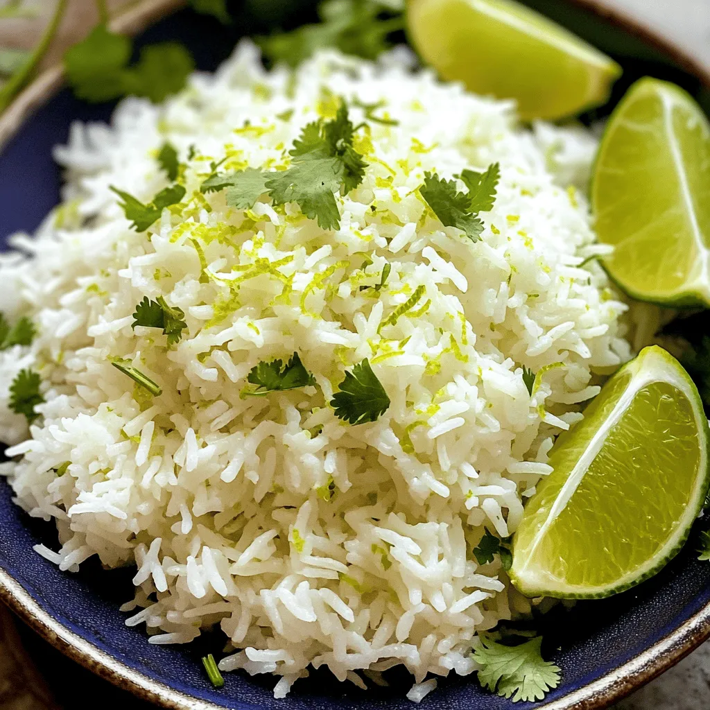 Für diesen leckeren Kokos-Limetten-Reis benötigst du: - 1 Tasse Jasminreis - 1 Dose (400 ml) Kokosmilch - 1 Tasse Wasser - 1 Limette (abgerieben und ausgepresst) - 1 Esslöffel brauner Zucker - 1/2 Teelöffel Salz Jasminreis hat ein feines Aroma und passt gut zur Kokosmilch. Die Kokosmilch macht den Reis cremig und gibt ihm einen tropischen Geschmack. Der Saft und die Schale der Limette bringen Frische und einen spritzigen Kick. Um deinen Reis noch schöner zu machen, kannst du Folgendes verwenden: - Frischer Koriander, gehackt (zum Garnieren) - Limettenscheiben (zum Servieren) Der Koriander verleiht einen frischen Geschmack. Limettenscheiben helfen, den Reis noch spritziger zu machen. Wähle immer frische Limetten. Achte darauf, dass die Kokosmilch ohne Zusatzstoffe ist. Jasminreis sollte locker und duftend sein. Wenn du magst, kannst du auch Bio-Zutaten verwenden. Bio-Zutaten sind oft besser für die Umwelt und gesünder für dich. Zuerst nehme ich 1 Tasse Jasminreis. Ich spüle den Reis unter kaltem Wasser. So entferne ich die überschüssige Stärke. Das Wasser wird klar, wenn ich fertig bin. Dies hilft dem Reis, locker und fluffig zu werden. In einem mittleren Topf tue ich den abgespülten Reis. Dann füge ich eine Dose Kokosmilch und 1 Tasse Wasser hinzu. Ich reibe die Schale von 1 Limette und presse den Saft hinein. Außerdem gebe ich 1 Esslöffel braunen Zucker und 1/2 Teelöffel Salz dazu. Jetzt rühre ich alles gut um. Ich bringe die Mischung bei mittlerer Hitze zum Kochen. Sobald es kocht, senke ich die Hitze auf niedrig. Ich decke den Topf ab und lasse den Reis 15 bis 18 Minuten köcheln. Der Reis ist gar, wenn die Flüssigkeit aufgesogen ist. Danach nehme ich den Topf vom Herd und lasse ihn 5 bis 10 Minuten abgedeckt stehen. So dämpft der Reis weiter. Ich lockere den Reis mit einer Gabel auf. Dann füge ich den Limettensaft hinzu und schmecke nach. Jetzt kann ich den Reis warm servieren. Ich garniere ihn mit gehacktem Koriander und Limettenscheiben für mehr Geschmack. Um perfekten Reis zu kochen, gibt es einige häufige Fehler. Ein großer Fehler ist, den Reis nicht zu spülen. Wenn Sie den Jasminreis nicht abspülen, bleibt Stärke dran. Dies führt zu klebrigem Reis. Spülen Sie den Reis, bis das Wasser klar ist. So bleibt der Reis locker und fluffig. Ein weiterer Fehler ist, die Hitze zu hoch einzustellen. Kochen Sie den Reis immer bei mittlerer Hitze. Zu hohe Hitze kann den Reis ungleichmäßig garen. Wenn das Wasser kocht, reduzieren Sie die Hitze sofort. Bedecken Sie den Topf und lassen Sie ihn simmern. Der Geschmack von Kokos-Limetten-Reis ist entscheidend. Um den perfekten Geschmack zu erreichen, verwenden Sie frische Zutaten. Frische Limetten bringen mehr Aroma als abgepackter Saft. Reiben Sie die Limettenschale ab, bevor Sie sie auspressen. So geben Sie dem Reis einen kräftigen Zitrusgeschmack. Brauner Zucker sorgt für eine süße Note. Achten Sie darauf, ihn gut mit den anderen Zutaten zu vermischen. Das Salz hebt die Aromen hervor. Ein kleiner Löffel Salz reicht aus, um den Geschmack zu verbessern. Die Konsistenz des Reises ist wichtig für das Gesamtgericht. Nach dem Kochen sollte der Reis locker und fluffig sein. Lassen Sie ihn nach dem Kochen 5-10 Minuten abgedeckt stehen. Dies hilft dem Reis, weiter zu dämpfen und die perfekte Textur zu erreichen. Wenn Sie den Reis auflockern, verwenden Sie eine Gabel. Dies verhindert, dass der Reis matschig wird. Fügen Sie den Limettensaft erst nach dem Dämpfen hinzu. So bleibt der Geschmack frisch und lebendig. Diese Tipps helfen Ihnen, den besten Kokos-Limetten-Reis zu kochen. Genießen Sie die frischen Aromen und die perfekte Textur! {{image_4}} Kokos-Limetten-Reis ist von Natur aus vegetarisch und vegan. Um den Geschmack zu verbessern, können Sie frisches Gemüse hinzufügen. Paprika, Erbsen oder Karotten passen gut. Diese Zutaten bringen Farbe und Nährstoffe. Sie können auch Tofu anbraten und unter den Reis mischen. Das sorgt für eine proteinreiche Mahlzeit. Um dem Reis mehr Tiefe zu geben, können Sie Gewürze hinzufügen. Eine Prise Kreuzkümmel oder Kurkuma bringt warme Noten. Wenn Sie es schärfer mögen, fügen Sie etwas Cayennepfeffer oder frische Chili hinzu. Auch Ingwer gibt einen frischen Kick. Experimentieren Sie mit verschiedenen Kräutern. Petersilie oder Minze können den Geschmack ebenfalls heben. Kokos-Limetten-Reis passt gut zu vielen Gerichten. Servieren Sie ihn neben gegrilltem Hähnchen oder Fisch. Er ergänzt auch asiatische Currys oder Gemüsepfannen perfekt. Für eine leichtere Mahlzeit genießen Sie ihn mit einem frischen Salat. Dieser Reis ist vielseitig und bringt viele Möglichkeiten mit sich. Um übrig gebliebenen Kokos-Limetten-Reis richtig zu lagern, lassen Sie ihn zuerst abkühlen. Geben Sie ihn dann in einen luftdichten Behälter. Dieser Schritt hilft, Feuchtigkeit zu halten und den Reis frisch zu halten. Stellen Sie den Behälter in den Kühlschrank. So bleibt der Reis für etwa drei bis vier Tage genießbar. Für das beste Aroma sollten Sie den Reis nicht länger als nötig im Kühlschrank lagern. Verwenden Sie ein Behälter mit einem guten Verschluss. Dies schützt den Reis vor anderen Gerüchen im Kühlschrank. Eine Schicht Frischhaltefolie über dem Behälter kann ebenfalls helfen, die Frische zu bewahren. Wenn Sie den Reis länger aufbewahren möchten, frieren Sie ihn ein. Teilen Sie ihn in Portionen auf, um die Verwendung zu erleichtern. Um den Reis wieder aufzuwärmen, können Sie eine Mikrowelle oder einen Topf verwenden. Wenn Sie die Mikrowelle nutzen, geben Sie etwas Wasser dazu. Dies verhindert, dass der Reis trocken wird. Decken Sie den Behälter ab und erhitzen Sie ihn in Intervallen von 1-2 Minuten. Rühren Sie zwischendurch um. Wenn Sie einen Topf verwenden, fügen Sie ebenfalls etwas Wasser hinzu und erhitzen Sie bei niedriger Hitze. Rühren Sie regelmäßig um, bis der Reis warm ist. So bleibt der Geschmack frisch und lecker. Die Zubereitung von Kokos-Limetten-Reis dauert etwa 30 Minuten. Sie brauchen 10 Minuten für die Vorbereitung und 20 Minuten zum Kochen. Dieser Prozess ist einfach und schnell. Ja, Sie können andere Reissorten nutzen. Basmati oder Langkornreis sind gute Alternativen. Denken Sie daran, die Kochzeit kann variieren. Prüfen Sie die Packungsanweisungen. Kokos-Limetten-Reis bleibt im Kühlschrank etwa 3 bis 5 Tage frisch. Achten Sie darauf, ihn gut zu verpacken. Nutzen Sie einen luftdichten Behälter, um die Frische zu bewahren. Kokos-Limetten-Reis ist einfach zuzubereiten und lecker. Wir haben die Hauptzutaten sowie Tipps zur Auswahl besprochen. Die Schritt-für-Schritt-Anleitung macht das Kochen leicht, während nützliche Tipps helfen, Fehler zu vermeiden. Variationen ermöglichen es Ihnen, Ihren eigenen Geschmack einzubringen. Richtiges Lagern und Aufwärmen sorgt dafür, dass der Reis frisch bleibt. Jetzt liegt es an Ihnen, dieses Rezept auszuprobieren und zu genießen!