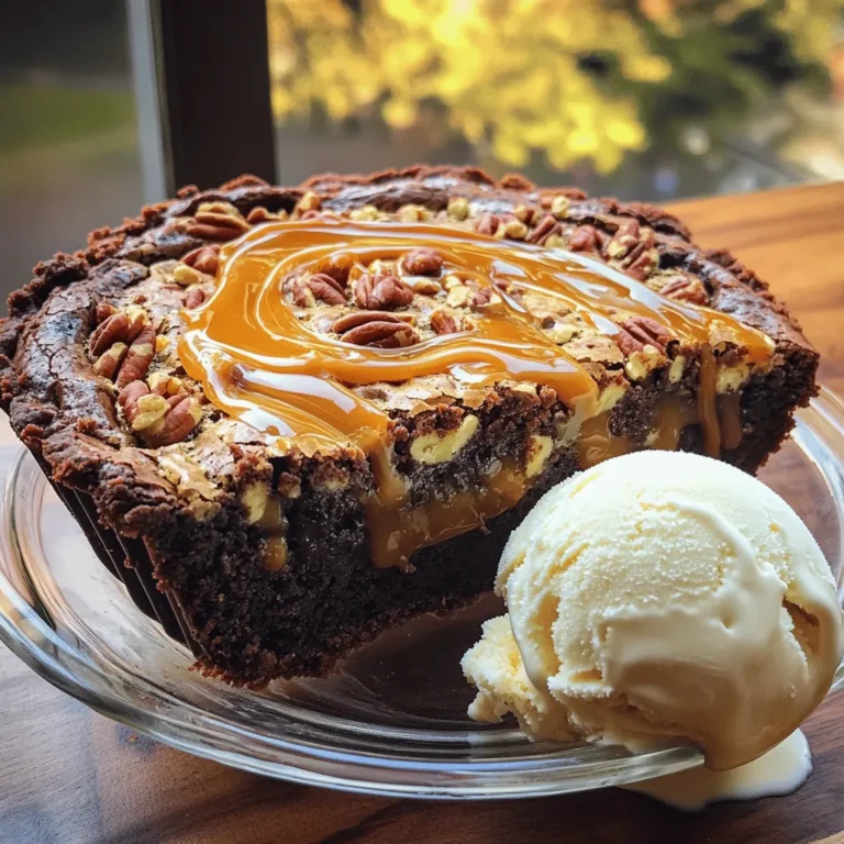 Für meine Karamell-Pekan-Brownie-Torte brauche ich einige wichtige Zutaten. Diese machen die Torte so lecker und besonders. Hier sind die Hauptzutaten: - 1 Tasse ungesalzene Butter (2 Sticks), geschmolzen - 2 Tassen weißer Zucker - 4 große Eier - 1 Teelöffel Vanilleextrakt - 1 Tasse Allzweckmehl - 1 Tasse ungesüßtes Kakaopulver - 1/2 Teelöffel Salz - 1 Tasse halbsüße Schokoladenstückchen - 1 Tasse gehackte Pekannüsse - 1 Tasse Karamellsauce (fertig gekauft oder selbstgemacht) Diese Zutaten sorgen für einen tollen Geschmack und eine schöne Textur. Falls du einige Zutaten nicht hast oder magst, gibt es Alternativen. Zum Beispiel kannst du die Butter durch Kokosöl ersetzen. Das gibt der Torte einen anderen Geschmack. Für die Eier kannst du Apfelmus oder Leinsamen verwenden. Das macht die Torte vegan. Wenn du kein Kakaopulver hast, probiere Schokoladenpulver. Es funktioniert auch gut! Die Dekoration macht die Torte noch schöner. Du kannst sie warm servieren und eine Kugel Vanilleeis oben drauf legen. Das ist immer ein Hit! Ein zusätzlicher Drizzler Karamellsauce gibt extra Geschmack. Ich streue auch gern gehackte Pekannüsse oben drauf. So sieht die Torte toll aus und schmeckt noch besser. Zuerst heizt du deinen Ofen auf 175°C vor. Dies sorgt für eine gleichmäßige Hitze. Nimm eine 23 cm große Tortenform. Fette sie gut ein oder lege sie mit Backpapier aus. So bleibt die Torte nicht kleben. Nimm eine große Schüssel und gib die geschmolzene Butter hinein. Füge den weißen Zucker hinzu und verrühre beides gut. Es sollte eine cremige Mischung entstehen. Jetzt füge die Eier einzeln hinzu. Rühre nach jedem Ei gut um. Dann kommt der Vanilleextrakt dazu. In einer anderen Schüssel vermischst du das Mehl, das Kakaopulver und das Salz. Gib diese Mischung langsam zur Butter-Zucker-Mischung. Rühre, bis alles gut verbunden ist. Jetzt ist es Zeit für die Schokoladenstückchen und die Pekannüsse. Hebe sie vorsichtig unter den Teig. Gieße etwa drei Viertel des Brownieteigs in die vorbereitete Form. Verteile den Teig gleichmäßig über den Boden. Jetzt kommt die Karamellsauce. Träufle die Hälfte davon über die Brownieschicht. Mit einem Messer marmorierst du die Sauce leicht in den Teig. Jetzt löffelst du den restlichen Brownieteig vorsichtig über die Karamellschicht. Achte darauf, dass er gleichmäßig verteilt ist. Gib die verbleibende Karamellsauce obendrauf. Marmorier sie nach Belieben erneut. Backe die Torte nun für 30 bis 35 Minuten. Stecke einen Zahnstocher in die Mitte. Wenn er mit wenigen feuchten Krümeln herauskommt, ist die Torte fertig. Lass sie mindestens 15 Minuten abkühlen. So wird das Karamell fester und die Torte lässt sich besser schneiden. Ein häufiger Fehler ist, die Butter zu heiß zu schmelzen. Die Butter sollte nur schmelzen, nicht kochen. Ein weiterer Fehler ist, die Eier nicht gut zu vermischen. Rühre nach jedem Ei gut um, um eine gleichmäßige Textur zu erreichen. Achte darauf, die trockenen Zutaten nicht zu lange zu rühren, um die Brownies weich zu halten. Wenn du zu lange rührst, werden sie hart. Serviere die Karamell-Pekan-Brownie-Torte warm. Ein Stück Vanilleeis obenauf macht sie noch besser. Du kannst auch mehr Karamellsauce darüber träufeln. Für die Dekoration streue gehackte Pekannüsse auf die Torte. Das sieht schön aus und gibt einen tollen Crunch. Wenn du die Karamellsauce selbst machst, achte auf die Temperatur. Karamell wird schnell dunkel und bitter. Koche den Zucker bei mittlerer Hitze und rühre nicht um, bis er schmilzt. Verwende dann etwas Sahne, um die Sauce zu verfeinern. Lass die Sauce etwas abkühlen, bevor du sie verwendest. So bleibt sie schön flüssig und drizzling-freundlich. {{image_4}} Um die Karamell-Pekan-Brownie-Torte vegan zu machen, ersetze die Eier. Du kannst 1/4 Tasse Apfelmus oder 1/4 Tasse Leinsamen verwenden. Mische einen Esslöffel Leinsamen mit drei Esslöffeln Wasser. Lass es kurz stehen, bis es dick wird. Ersetze die Butter durch 1 Tasse Kokosöl oder vegane Butter. Diese Zutaten sorgen für eine ähnliche Textur. Verwende auch vegane Schokoladenstückchen. Achte darauf, dass die Karamellsauce vegan ist. Um die Torte glutenfrei zu machen, ersetze das Allzweckmehl durch glutenfreies Mehl. Achte darauf, ein 1:1 glutenfreies Mehl zu verwenden. Viele Marken bieten diese Option an. Das sorgt für eine tolle Konsistenz. Überprüfe auch die Karamellsauce, um sicherzustellen, dass sie glutenfrei ist. So bleibt der Genuss für alle möglich. Du kannst die Torte mit verschiedenen Zutaten aufpeppen. Füge eine Tasse gehackte dunkle Schokolade hinzu. Das gibt mehr Tiefe im Geschmack. Du kannst auch eine Prise Zimt oder Kaffeepulver in den Teig geben. Diese Aromen passen gut zu Karamell und Schokolade. Für einen besonderen Crunch, probiere geröstete Pekannüsse oder Macadamianüsse. Sie bringen neue Texturen und Geschmäcker in deine Torte. Die Karamell-Pekan-Brownie-Torte ist am besten frisch. Wenn du Reste hast, lass die Torte zuerst abkühlen. Danach kannst du die Torte abdecken. Verwende Frischhaltefolie oder einen luftdichten Behälter. So bleibt sie frisch und lecker. Lagere die Torte an einem kühlen, trockenen Ort. Vermeide direkte Sonneneinstrahlung und hohe Temperaturen. Wenn die Torte ein paar Tage alt ist, kann sie etwas trocken werden. Um sie aufzufrischen, kannst du sie leicht anwärmen. Stelle den Ofen auf 150°C ein. Lege die Torte auf ein Backblech und erwärme sie für etwa 10 Minuten. Du kannst auch etwas Karamellsauce darüber träufeln. Das macht sie wieder saftig und süß. Die Torte hält sich im Kühlschrank bis zu einer Woche. Du kannst sie auch einfrieren. Schneide die Torte in Stücke und lege sie in einen Gefrierbeutel. Vergiss nicht, die Luft herauszudrücken. So bleibt die Torte bis zu drei Monate frisch. Um sie aufzutauen, lege die Stücke einfach in den Kühlschrank. Warte, bis sie ganz aufgetaut sind, bevor du sie servierst. Die Zubereitung der Karamell-Pekan-Brownie-Torte dauert insgesamt etwa 50 Minuten. Die Vorbereitungszeit beträgt etwa 15 Minuten. Dann backst du die Torte für 30 bis 35 Minuten im Ofen. Achte darauf, dass der Zahnstocher beim Testen wenige feuchte Krümel zeigt. So hast du eine perfekte Torte. Ja, du kannst die Pekannüsse durch andere Nüsse ersetzen. Walnüsse oder Mandeln sind gute Alternativen. Diese Nüsse verleihen der Torte einen anderen Geschmack. Achte darauf, die Nüsse grob zu hacken, damit sie gut in den Teig passen. Um die beste Karamell-Pekan-Brownie-Torte zu machen, beachte einige Tipps. Nutze frische Zutaten und schmelze die Butter langsam. Das sorgt für einen reichhaltigen Geschmack. Mische die trockenen und nassen Zutaten gut, aber übermixe den Teig nicht. Das macht die Torte zäh. Außerdem, marmorier die Karamellsauce gut, um ein tolles Muster zu erhalten. Serviere die Torte warm mit Vanilleeis für das beste Erlebnis. Die Karamell-Pekan-Brownie-Torte ist ein leckerer Genuss. Wir haben die besten Zutaten, eine klare Anleitung und nützliche Tipps besprochen. Sie können kreative Variationen ausprobieren und die Torte richtig lagern. Vergessen Sie nicht, Ihre Karamellsauce perfekt hinzubekommen. Nutzen Sie diese Tipps, um Ihre Baking-Fähigkeiten zu verbessern. Kochen macht Spaß und bringt Freude. Viel Erfolg beim Backen und genießen Sie Ihre Torte!