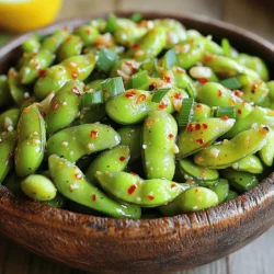Um scharfe Knoblauch-Edamame zu machen, brauchst du: - 2 Tassen Edamame (in Schoten), aufgetaut, falls gefroren - 2 Esslöffel Olivenöl - 4 Knoblauchzehen, fein gehackt - 1 Teelöffel rote Pfefferflocken (nach Geschmack anpassen) - 2 Esslöffel Sojasauce - 1 Esslöffel Sesamöl - 1 Esslöffel Zitronensaft - Meersalz, nach Geschmack - Frisch gehackte Frühlingszwiebeln, zur Garnierung Diese Zutaten machen die Edamame würzig und lecker. Der Knoblauch gibt einen starken Geschmack, während die Pfefferflocken für die Schärfe sorgen. Wenn du etwas Abwechslung suchst, probiere diese Alternativen: - Kokosöl statt Olivenöl: Gibt einen süßeren Geschmack. - Ingwer: Füge etwas frisch geriebenen Ingwer hinzu für mehr Frische. - Tamari: Eine glutenfreie Option für Sojasauce. - Limettensaft: Statt Zitronensaft für einen anderen Zitrusgeschmack. Diese Alternativen können die Aromen variieren und dir neue Geschmackserlebnisse bieten. Achte beim Kauf der Edamame auf folgende Punkte: - Frische: Wähle frische Schoten, wenn möglich. Sie sollten grün und fest sein. - Gefrorene Edamame: Wenn frisch nicht verfügbar ist, sind gefrorene eine gute Wahl. Achte auf die Qualität. - Bio: Bio-Edamame hat oft eine bessere Qualität und weniger Pestizide. Die richtige Auswahl sorgt für den besten Geschmack und die beste Textur in deinem Gericht. Um deine scharfen Knoblauch-Edamame zuzubereiten, beginne mit 2 Tassen Edamame. Du kannst gefrorene Edamame nutzen, aber lasse sie zuerst auftauen. Spüle die Edamame-Schoten unter kaltem Wasser ab und lasse sie gut abtropfen. Dann erhitze 2 Esslöffel Olivenöl in einer großen Pfanne bei mittlerer Hitze. Füge 4 fein gehackte Knoblauchzehen hinzu und brate sie etwa eine Minute lang. Achte darauf, dass der Knoblauch nicht braun wird. Jetzt kannst du 1 Teelöffel rote Pfefferflocken dazugeben und für 30 Sekunden weiterbraten. Dies gibt deinem Gericht einen scharfen Kick. Gib die Edamame-Schoten in die Pfanne und schwenke sie gut durch. Danach kommen 2 Esslöffel Sojasauce und 1 Esslöffel Sesamöl dazu. Vermische alles gut, sodass die Schoten gleichmäßig überzogen sind. Brate die Edamame für 3 bis 5 Minuten, bis sie warm und zart sind. Zum Schluss nimm die Pfanne vom Herd, träufle 1 Esslöffel Zitronensaft darüber und streue Meersalz nach Geschmack. Eine wichtige Technik hier ist das Sautieren. Du musst den Knoblauch bei mittlerer Hitze braten, um den besten Geschmack zu erhalten. Wenn du ihn zu heiß bratst, wird er bitter. Das Schwenken der Edamame sorgt dafür, dass sie gleichmäßig gewürzt werden. Achte darauf, dass du die Schoten nicht zu lange brätst. Sie sollen zart, aber nicht matschig sein. Die richtige Konsistenz ist wichtig. Die Edamame sollten leicht knackig bleiben. Um das zu erreichen, halte dich an die Kochzeit. Wenn du die Edamame zu lange brätst, verlieren sie ihre Frische. Ein Spritzer Zitronensaft am Ende gibt den Edamame eine frische Note und hebt die Aromen. Verwende frische Frühlingszwiebeln als Garnitur für zusätzlichen Crunch und Farbe. Um Knoblauch perfekt zu sautieren, beginne mit der richtigen Hitze. Du solltest das Olivenöl in einer großen Pfanne erhitzen, bis es leicht schimmert. Füge dann den fein gehackten Knoblauch hinzu. Sauté ihn für etwa eine Minute, bis er zu duften beginnt. Achte darauf, dass der Knoblauch nicht braun wird, da er sonst bitter schmeckt. Ein gut sautierter Knoblauch gibt deinem Gericht den besten Geschmack. Die roten Pfefferflocken sind der Schlüssel zu diesem Rezept. Du kannst die Menge nach deinem Geschmack anpassen. Wenn du es schärfer magst, füge mehr hinzu. Für eine mildere Variante, verwende weniger. Außerdem kannst du andere Gewürze ausprobieren, wie Ingwer oder Zwiebelpulver. So kannst du das Rezept nach deinem Wunsch gestalten und immer wieder neu erfinden. Wenn du das Meersalz hinzufügst, sei vorsichtig. Sojasauce enthält bereits Salz. Ein wenig reicht oft aus, um den Geschmack zu heben. Du kannst immer mehr Salz hinzufügen, aber es ist schwer, es zu entfernen, wenn du zu viel benutzt hast. Probiere die Edamame vor dem Servieren. So kannst du sicherstellen, dass der Geschmack genau richtig ist. {{image_4}} Edamame ist von Natur aus vegetarisch. Um es noch vielfältiger zu machen, kannst du verschiedene Gemüse hinzufügen. Zum Beispiel, rote Paprika oder Zucchini passen gut. Du kannst auch gebratene Pilze oder Spinat dazugeben. Diese Optionen machen das Gericht nahrhafter und bunter. Experimentiere mit anderen Gewürzen für verschiedene Geschmäcker. Zum Beispiel, probiere Ingwer für eine frische Note. Eine Prise Kreuzkümmel kann dem Gericht eine schöne Tiefe geben. Auch Limettensaft statt Zitronensaft macht einen tollen Unterschied. Edamame kann als Snack oder Beilage serviert werden. Du kannst es mit Reis oder Quinoa kombinieren. Diese Kombination macht dein Essen sättigender. Auch ein frischer Salat passt gut dazu. So hast du ein leichtes und gesundes Gericht! Um die Scharfen Knoblauch-Edamame frisch zu halten, lege sie in einen luftdichten Behälter. Du kannst sie im Kühlschrank bis zu drei Tage aufbewahren. Achte darauf, dass die Edamame gut abgekühlt sind, bevor du sie verpackst. So vermeidest du Feuchtigkeit, die die Textur ruinieren kann. Falls du mehr Edamame gekocht hast, kannst du sie auch einfrieren. Lasse die Edamame zuerst vollständig abkühlen. Dann lege sie in einen Gefrierbeutel. Drücke die Luft heraus, bevor du ihn schließt. So bleiben sie bis zu drei Monate frisch. Wenn du sie verwenden möchtest, tau sie einfach im Kühlschrank auf oder koche sie direkt in heißem Wasser. Du hast Reste von den Edamame? Nutze sie kreativ! Füge sie zu einem Salat oder einer Pfanne hinzu. Sie passen gut zu Reisgerichten oder Nudeln. Du kannst sie auch pürieren und als Dip verwenden. So verwandelst du deine Reste in eine neue Mahlzeit. Reste von Scharfen Knoblauch-Edamame sind im Kühlschrank etwa drei Tage haltbar. Achte darauf, die Edamame in einem luftdichten Behälter zu lagern. So bleiben sie frisch und schmackhaft. Wenn du sie länger aufbewahren möchtest, kannst du sie auch einfrieren. So halten sie sich bis zu drei Monate. Ja, du kannst Edamame auch ohne Schoten servieren. Dazu entferne einfach die Bohnen aus den Schoten, bevor du sie zubereitest. Sie sind dann schnell bereit für verschiedene Gerichte, wie Salate oder Pasta. Das gibt dir mehr Möglichkeiten, sie zu nutzen. Edamame sind sehr gesund. Sie sind reich an Eiweiß, Ballaststoffen und Vitaminen. Diese Bohnen sind eine gute Quelle für Antioxidantien. Sie unterstützen die Herzgesundheit und helfen bei der Verdauung. Auch der Gehalt an gesunden Fetten ist vorteilhaft. Edamame sind eine großartige Wahl für eine gesunde Ernährung. Scharfe Knoblauch-Edamame sind einfach zuzubereiten und voller Geschmack. Wir haben die besten Zutaten und Kochtechniken besprochen. Denk daran, die Würze nach deinem Geschmack zu ändern und experimentiere mit verschiedenen Variationen. Die richtige Lagerung hilft, die Edamame frisch zu halten. Nutze Reste clever und genieße die vielen Vorteile. Edamame sind gesund und lecker, perfekt für jede Gelegenheit. Probiere es aus und lass dich überraschen!