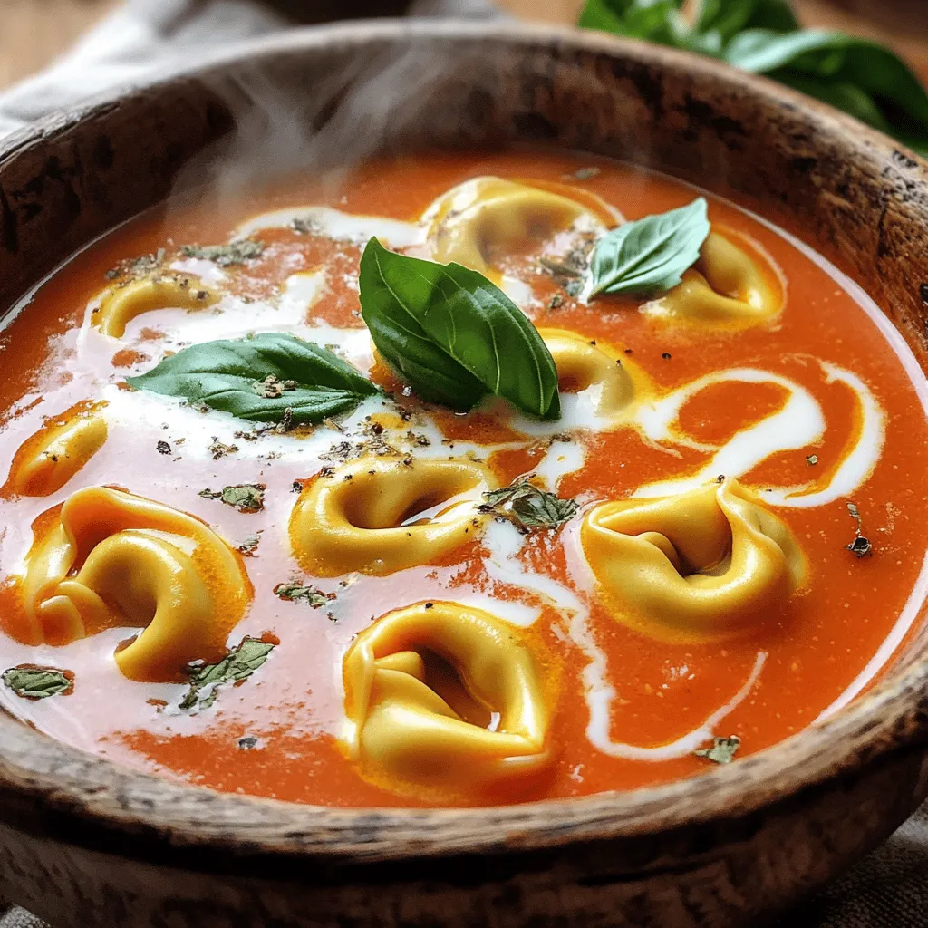 Für die cremige Tomaten-Tortellini-Suppe brauchst du einige einfache Zutaten. Diese Zutaten bringen viel Geschmack und eine tolle Textur. Hier ist, was du benötigst: - 2 Esslöffel Olivenöl - 1 kleine Zwiebel, gewürfelt - 2 Knoblauchzehen, fein gehackt - 1 Dose (28 Unzen) geschälte Tomaten - 4 Tassen Gemüsebrühe - 1 Teelöffel getrockneter Basilikum - 1 Teelöffel getrockneter Oregano - Salz und Pfeffer nach Geschmack - 1 Packung (9 Unzen) Käse-Tortellini - 1 Tasse Schlagsahne - Frische Basilikumblätter zur Garnitur Die Mengen sind wichtig für den Geschmack. Für vier Portionen dieser Suppe sind die oben genannten Mengen perfekt. Du kannst die Zwiebel und den Knoblauch anpassen, wenn du mehr Geschmack willst. Auch die Brühe kannst du variieren, je nach Vorliebe. Wenn du keine frischen Zutaten hast, gibt es gute Alternativen. Du kannst zum Beispiel: - Zwiebeln durch Zwiebelpulver ersetzen. - Knoblauch durch Knoblauchpulver verwenden. - Gemüsebrühe durch Hühnerbrühe ersetzen, wenn du kein Vegetarier bist. - Schlagsahne durch Kokosmilch oder eine pflanzliche Sahne ersetzen, um die Suppe vegan zu machen. Diese Alternativen helfen, die Suppe dennoch schmackhaft und cremig zu machen. Zunächst erhitze ich 2 Esslöffel Olivenöl in einem großen Topf bei mittlerer Hitze. Dann füge ich 1 kleine gewürfelte Zwiebel hinzu. Ich brate die Zwiebel etwa 5 Minuten lang, bis sie glasig wird. Danach gebe ich 2 fein gehackte Knoblauchzehen dazu und koche sie für eine Minute. Der Duft ist einfach köstlich. Jetzt komme ich zu den geschälten Tomaten. Ich gieße eine Dose (28 Unzen) geschälte Tomaten und 4 Tassen Gemüsebrühe in den Topf. Es ist wichtig, alles gut zu vermengen. Ich füge 1 Teelöffel getrockneten Basilikum und 1 Teelöffel getrockneten Oregano hinzu. Dann schmecke ich mit Salz und Pfeffer ab. Jetzt lasse ich die Mischung zum Simmern bringen. Ich koche sie etwa 10 Minuten. So entfalten sich die Aromen perfekt. Als Nächstes gebe ich die Tortellini in den Topf. Ich verwende eine Packung (9 Unzen) Käse-Tortellini. Ich koche die Tortellini gemäß der Packungsanweisung, was normalerweise etwa 4-5 Minuten dauert. Diese frischen Pasta-Stücke werden zart und lecker. Ich achte darauf, die Tortellini nicht zu lange zu kochen, damit sie nicht matschig werden. Jetzt stelle ich die Hitze auf niedrig. Ich rühre 1 Tasse Schlagsahne vorsichtig ein. Dadurch wird die Suppe schön cremig. Ich probiere sie dann und passe das Würzen nach Bedarf an. Wenn alles perfekt schmeckt, serviere ich die Suppe heiß. Ich garniere sie mit frischen Basilikumblättern. Diese Suppe ist nicht nur lecker, sie sieht auch toll aus! Um den Geschmack deiner cremigen Tomaten-Tortellini-Suppe zu perfektionieren, nutze frische Zutaten. Frische Basilikumblätter geben der Suppe mehr Aroma. Du kannst auch eine Prise Zucker hinzufügen, um die Säure der Tomaten auszugleichen. Ein Spritzer Zitronensaft am Ende macht die Aromen lebendiger. Experimentiere mit Gewürzen wie Thymian oder einer Prise Chili für mehr Tiefe. Ein häufiger Fehler ist, die Suppe zu lange zu kochen. Die Tortellini werden sonst matschig. Achte darauf, die Tortellini nur bis zur angegebenen Zeit zu kochen. Ein weiterer Fehler ist, die Sahne zu früh hinzuzufügen. Warte, bis die Tortellini fertig sind, und stelle die Hitze niedrig, bevor du die Sahne einrührst. So bleibt die Suppe cremig und lecker. Die Präsentation macht viel aus. Du kannst die Suppe mit frischen Basilikumblättern dekorieren. Ein bisschen frisch geriebener Parmesan obenauf bringt zusätzlichen Geschmack. Ein paar Tropfen Olivenöl sorgen für ein schönes Finish. Serviere die Suppe in tiefen Tellern für eine ansprechende Präsentation. Füge dazu knuspriges Brot, um das gesamte Erlebnis zu vervollständigen. {{image_4}} Wenn du eine vegetarische Variante der cremigen Tomaten-Tortellini-Suppe wünschst, ist die Anpassung einfach. Du kannst die Käse-Tortellini durch Gemüse-Tortellini ersetzen. Diese sind meist auch sehr lecker und bringen neue Aromen. Achte darauf, dass die Gemüsebrühe auch wirklich vegan ist, falls du das möchtest. Um mehr Protein in die Suppe zu bringen, füge Hühnchen oder Bohnen hinzu. Gekochtes Hühnchen passt gut, wenn du es in Stücke schneidest. Bohnen wie Kichererbsen oder schwarze Bohnen sind großartige vegetarische Optionen. Sie machen die Suppe nahrhafter und sättigender. Du kannst auch andere Gemüsesorten in die Suppe geben. Karotten oder Spinat bringen Farbe und Nährstoffe. Einfach die Karotten würfeln und mit der Zwiebel anbraten. Spinat kannst du am Ende direkt in die heiße Suppe geben. Er wird schnell weich und behält seinen Geschmack. Nach dem Kochen kannst du die Suppe in einem luftdichten Behälter aufbewahren. Lass die Suppe zuerst abkühlen, bevor du sie in den Kühlschrank stellst. Sie bleibt dort frisch für 3 bis 4 Tage. Achte darauf, die Suppe nicht zu lange stehen zu lassen. So bleibt der Geschmack optimal. Wenn du die Suppe länger aufbewahren willst, kannst du sie einfrieren. Fülle die abgekühlte Suppe in gefriergeeignete Behälter oder Beutel. Die Tortellini kannst du ebenfalls einfrieren, aber sie sollten vor dem Einfrieren gekocht werden. So bleiben sie beim späteren Aufwärmen zart. Die Suppe kann bis zu 3 Monate im Gefrierfach bleiben. Beim Aufwärmen ist es wichtig, die Suppe gleichmäßig zu erhitzen. Du kannst sie in einem Topf auf dem Herd oder in der Mikrowelle aufwärmen. Wenn die Suppe beim Aufwärmen zu dick wird, füge etwas Gemüsebrühe hinzu. Achte darauf, die Suppe gut umzurühren, damit sie nicht anbrennt. So schmeckt sie wie frisch gekocht! Die Zubereitung der cremigen Tomaten-Tortellini-Suppe dauert insgesamt etwa 30 Minuten. Die Vorbereitungszeit beträgt ungefähr 10 Minuten. Das Kochen selbst dauert dann etwa 20 Minuten. Diese Zeit reicht aus, um die Aromen gut zu vermischen und die Tortellini perfekt zu garen. So schnell wird ein leckeres Wohlfühlgericht zubereitet. Ja, du kannst die Suppe im Voraus zubereiten. Sie schmeckt am nächsten Tag sogar noch besser, da die Aromen Zeit haben, sich zu entfalten. Koche die Suppe und lasse sie dann abkühlen. Fülle sie in einen luftdichten Behälter und stelle sie in den Kühlschrank. Sie hält sich dort bis zu drei Tage. Vor dem Servieren einfach aufwärmen. Zu dieser Suppe passen viele Beilagen. Eine Scheibe knuspriges Brot ist ideal, um die cremige Suppe aufzutunken. Auch ein frischer, grüner Salat bringt Farbe und Frische auf den Tisch. Für zusätzlichen Geschmack kannst du geriebenen Parmesan darüberstreuen. So wird jede Portion noch köstlicher. Diese Anleitung hat dir die wichtigsten Zutaten, Kochschritte und Tipps für deine Suppe gezeigt. Du hast gelernt, wie man den Geschmack perfekt macht und einfache Fehler vermeidet. Variationen und Aufbewahrungstipps helfen dir, kreativ zu sein und Reste zu nutzen. Nutze die Informationen, um deine eigenen feinen Suppen zu kreieren. Viel Spaß beim Kochen!