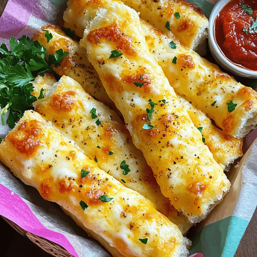 Die Hauptzutaten sind einfach und leicht zu finden. Sie benötigen: - 2 Tassen Allzweckmehl - 1 Esslöffel Zucker - 1 Teelöffel Salz - 1 Esslöffel Trockenhefe - 3/4 Tasse warmes Wasser (ca. 43°C) - 1 Esslöffel Olivenöl - 2 Esslöffel Knoblauchpulver - 1 Tasse geriebener Mozzarella-Käse - 1/2 Tasse geriebener Parmesan-Käse - 1 Esslöffel italienische Gewürzmischung - Frische Petersilie, gehackt (zum Garnieren) Diese Zutaten bilden die Basis für die köstlichen Brotstangen. Jede Zutat hat ihre eigene Rolle im Rezept. Zucker hilft der Hefe beim Aufgehen. Salz gibt Geschmack und kontrolliert die Hefeaktivität. Trockenhefe lässt den Teig aufgehen. Warmes Wasser aktiviert die Hefe. Olivenöl macht den Teig geschmeidig. Knoblauchpulver bringt den charakteristischen Knoblauchgeschmack. Mozzarella und Parmesan sorgen für den leckeren Käsegeschmack. Die italienische Gewürzmischung gibt dem Ganzen eine besondere Note. Frische Petersilie ist ein schöner Farb- und Geschmacksakzent. Wählen Sie frische Zutaten für den besten Geschmack. Achten Sie auf die Hefe; sie sollte aktiv und frisch sein. Kaufen Sie hochwertigen Käse für mehr Aroma. Verwenden Sie gutes Olivenöl; es macht einen großen Unterschied. Frische Petersilie gibt den Brotstangen einen tollen Look und Geschmack. Diese Tipps helfen Ihnen, die besten Käse-Knoblauchbrotstangen zu machen. Um den Teig für Käse-Knoblauchbrotstangen zuzubereiten, beginne ich mit der Hefe. Ich löse einen Esslöffel Zucker in 3/4 Tasse warmem Wasser auf. Das Wasser sollte etwa 43°C haben. Danach streue ich die Trockenhefe darüber und lasse die Mischung 5 Minuten ruhen. Ich achte darauf, dass die Hefe schäumt. In einer großen Schüssel vermenge ich 2 Tassen Allzweckmehl und 1 Teelöffel Salz. Nach der Ruhezeit füge ich die Hefe-Wasser-Mischung und 1 Esslöffel Olivenöl hinzu. Ich rühre alles gut um, bis ein homogener Teig entsteht. Jetzt knete ich den Teig auf einer bemehlten Fläche. Das dauert etwa 5 bis 7 Minuten. Ich möchte, dass der Teig glatt und elastisch ist. Danach lege ich ihn in eine gefettete Schüssel. Ich decke die Schüssel mit einem Geschirrtuch ab und lasse den Teig an einem warmen Ort für etwa 1 Stunde gehen. Der Teig sollte sich dabei verdoppeln. Sobald der Teig aufgegangen ist, heize ich den Ofen auf 220°C vor. Dann knete ich den Teig leicht durch und rolle ihn auf einer bemehlten Fläche zu einem großen Rechteck aus. Ich lege den Teig auf ein mit Backpapier ausgelegtes Backblech. In einer kleinen Schüssel vermische ich 2 Esslöffel Knoblauchpulver und 1 Esslöffel italienische Gewürzmischung. Diese Mischung streue ich gleichmäßig über den Teig. Dann verteile ich 1 Tasse geriebenen Mozzarella und 1/2 Tasse geriebenen Parmesan über den Teig. Ich schneide den Teig mit einem scharfen Messer in Streifen, ohne ganz durchzuschneiden. Jetzt kommen die Brotsticks für 15 bis 18 Minuten in den Ofen. Ich backe sie, bis sie goldbraun sind und der Käse blubbert. Nach dem Backen lasse ich die Knoblauchbrotstangen 2 bis 3 Minuten abkühlen und garniere sie mit frischer, gehackter Petersilie. Ein häufiger Fehler ist, die Hefe nicht richtig aktivieren. Du musst die Hefe wirklich schäumen lassen. Mische den Zucker ins warme Wasser und füge dann die Hefe hinzu. Warte etwa fünf Minuten. Wenn die Hefe nicht schäumt, benutze sie nicht. Ein weiterer Fehler ist, den Teig zu wenig zu kneten. Knete den Teig für mindestens fünf bis sieben Minuten. So wird er schön glatt und elastisch. Die richtige Temperatur ist sehr wichtig. Heize den Ofen auf 220°C vor. Die Brotstangen backen etwa 15 bis 18 Minuten. Achte darauf, sie golden und knusprig zu backen. Wenn der Käse blubbert, sind sie perfekt. Lass sie nach dem Backen kurz abkühlen. So bleibt der Käse schön. Um den Geschmack zu verbessern, kannst du frische Kräuter hinzufügen. Basilikum oder Oregano passen gut. Auch etwas Chili kann für einen Kick sorgen. Probiere verschiedene Käsesorten aus. Cheddar oder Gouda geben einen tollen Geschmack. Du kannst auch etwas Olivenöl auf die Teigoberfläche träufeln, bevor du den Käse hinzufügst. Das macht die Stangen noch aromatischer! {{image_4}} Wenn Sie eine vegetarische oder vegane Option suchen, können Sie die Käse-Knoblauchbrotstangen anpassen. Statt Mozzarella und Parmesan können Sie pflanzliche Käsealternativen verwenden. Diese sind oft auf Nussbasis oder aus Soja. Achten Sie darauf, dass die Alternativen gut schmelzen. So bleibt der Geschmack und die Textur erhalten, die wir lieben. Um den Geschmack zu variieren, fügen Sie Kräuter wie Oregano, Thymian oder Rosmarin hinzu. Diese Kräuter passen wunderbar zu Knoblauch und Käse. Wenn Sie es schärfer mögen, streuen Sie etwas rote Chiliflocken darüber. Diese kleinen Extras bringen mehr Tiefe in den Geschmack der Brotstangen. Experimentieren Sie mit verschiedenen Kombinationen, um Ihren perfekten Snack zu finden. Servieren Sie die Käse-Knoblauchbrotstangen warm in einem Korb. Legen Sie ein buntes Tuch oder Backpapier hinein, um es ansprechend zu machen. Stellen Sie eine kleine Schale mit Marinara-Sauce oder Knoblauchbutter daneben. Diese Dips ergänzen den Geschmack und machen das Essen noch mehr zum Vergnügen. Probieren Sie auch, die Brotstangen mit einer frischen Tomatensalsa zu kombinieren. Diese Kombination bringt eine frische Note und viel Farbe auf den Tisch. Die Käse-Knoblauchbrotstangen sind ein echter Genuss. Um sie frisch zu halten, lagere sie in einem luftdichten Behälter. So bleiben sie weich und lecker. Du kannst sie auch in Alufolie wickeln. Das schützt sie vor dem Austrocknen. Stelle sicher, dass sie vollständig abgekühlt sind, bevor du sie verpackst. Wenn du die Brotstangen aufwärmen möchtest, heize den Ofen auf 180 °C vor. Lege die Stangen auf ein Backblech und backe sie für etwa 5-7 Minuten. So werden sie wieder knusprig. Du kannst sie auch in der Mikrowelle aufwärmen, aber sie werden nicht so knusprig. Für einen besonderen Touch serviere sie mit Marinara-Sauce zum Dippen. Das macht das Essen noch besser. Die Brotstangen halten sich im Kühlschrank etwa 3-4 Tage. Wenn du sie länger aufbewahren möchtest, friere sie ein. Wickele jede Stange in Frischhaltefolie und lege sie in einen Gefrierbeutel. So bleiben sie bis zu 2 Monate frisch. Um sie aufzutauen, lasse sie einfach über Nacht im Kühlschrank. Danach kannst du sie wie gewohnt aufwärmen. Um die Brotstangen knuspriger zu machen, gibt es einige einfache Tricks. - Backzeit verlängern: Lassen Sie die Brotsticks etwas länger im Ofen. Achten Sie jedoch darauf, dass sie nicht verbrennen. - Dampfen vermeiden: Stellen Sie sicher, dass der Ofen gut vorgeheizt ist. Ein heißer Ofen hilft, die Feuchtigkeit schnell zu entziehen. - Mehr Olivenöl verwenden: Ein wenig mehr Olivenöl auf dem Teig kann ebenfalls helfen. Es gibt den Brotsticks eine schönere Kruste. Ja, Sie können die Zutaten nach Ihrem Geschmack anpassen. - Mehl: Verwenden Sie Vollkornmehl für mehr Nährstoffe. - Käse: Experimentieren Sie mit anderen Käsesorten wie Cheddar oder Gouda. - Gewürze: Fügen Sie zusätzliche Kräuter hinzu, wie Oregano oder Basilikum, um mehr Geschmack zu erhalten. Die Brotsticks bleiben frisch, wenn Sie sie richtig lagern. - Im Kühlschrank: Bewahren Sie die Brotsticks in einem luftdichten Behälter auf. So halten sie etwa 3-4 Tage. - Im Gefrierfach: Sie können sie bis zu 2 Monate einfrieren. Wickeln Sie sie gut ein, um Gefrierbrand zu vermeiden. In diesem Artikel haben wir die wichtigen Zutaten für Käse-Knoblauchbrotstangen besprochen. Ich habe erklärt, wie man den Teig vorbereitet, ihn gehen lässt und ihn backt. Wir haben Tipps gegeben, um häufige Fehler zu vermeiden und die besten Varianten für mehr Geschmack zu entdecken. Schließlich haben wir die besten Lager- und Aufbewahrungstipps geteilt. Jetzt kannst du selbst leckere Brotstangen zaubern. Lass den Geschmack deiner Kreationen für sich sprechen!