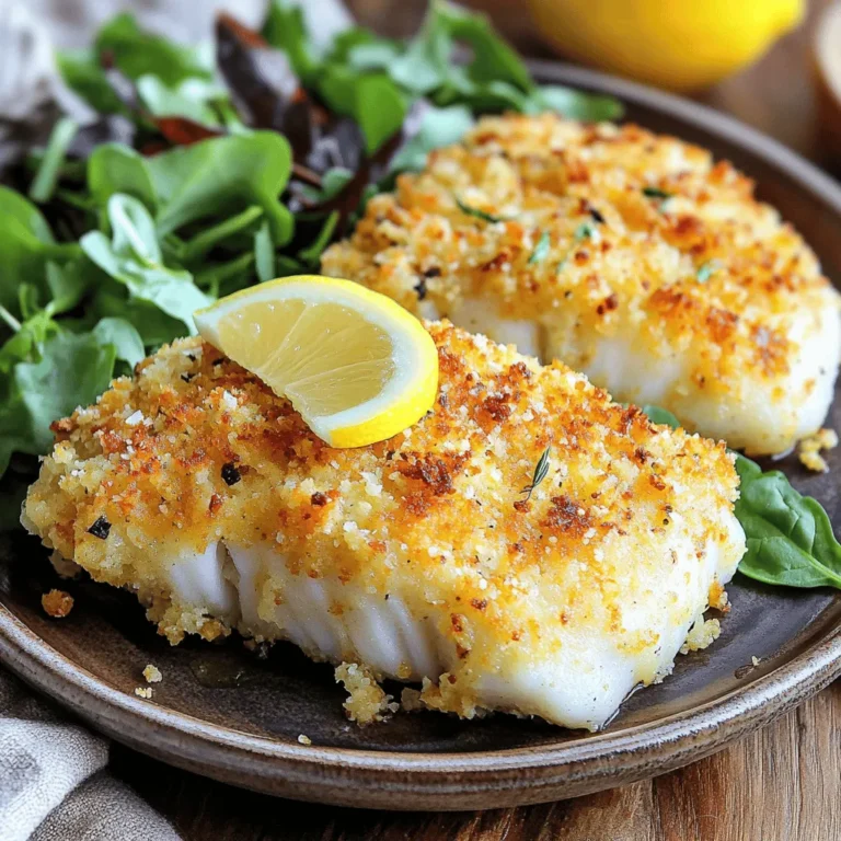 Für dieses tolle Rezept brauchen Sie: - 2 Kabeljaufilets (ca. 170 g jedes) - 120 ml Semmelbrösel (vorzugsweise Panko) - 60 ml geriebener Parmesan Kabeljau ist ein milder Fisch. Er hat eine feste Textur und passt gut zu vielen Aromen. Panko macht die Kruste besonders knusprig. Parmesan gibt einen tollen Geschmack und ein wenig Tiefe. Diese Gewürze bringen den Kabeljau zum Leben: - 1 Teelöffel Knoblauchpulver - 1 Teelöffel getrocknete italienische Kräuter (Oregano, Basilikum, Thymian) - 1/2 Teelöffel Paprika - Salz und Pfeffer nach Geschmack Knoblauchpulver sorgt für einen herzhaften Kick. Die italienischen Kräuter geben einen frischen, aromatischen Geschmack. Paprika fügt eine schöne Farbe und etwas Schärfe hinzu. Für die perfekte Panade benötigen Sie: - 1 Ei, verquirlt - Olivenölspray Das Ei hilft der Panade, am Fisch zu haften. Olivenölspray sorgt dafür, dass der Kabeljau goldbraun wird. Es hält die Panade knusprig und verhindert, dass der Fisch anklebt. Heize die Heißluftfritteuse auf 200°C vor. Dies dauert etwa 5 Minuten. Während die Heißluftfritteuse aufgeheizt wird, kannst du die anderen Schritte vorbereiten. Nimm zwei Schüsseln. In der ersten Schüssel mischst du die Semmelbrösel, den geriebenen Parmesan, das Knoblauchpulver, die italienischen Kräuter, die Paprika sowie Salz und Pfeffer. Mische alles gut. In der zweiten Schüssel bereitest du das verquirlte Ei vor. Tauche nun jedes Kabeljaufilet zuerst in das Ei. Achte darauf, dass es überall bedeckt ist. Danach drücke das Filet in die Bröselmischung. So haftet die Panade gut am Fisch. Sprühe den Korb der Heißluftfritteuse leicht mit Olivenölspray ein. Lege die panierten Filets in den Korb. Achte darauf, dass zwischen den Filets genug Platz ist. Frittiere die Kabeljaufilets für 10 bis 12 Minuten. Wende sie einmal zur Mitte der Garzeit. Der Fisch sollte goldbraun sein und sich leicht mit einer Gabel zerpflücken lassen. Nimm die Filets vorsichtig aus dem Korb. Lass sie eine Minute ruhen, bevor du sie servierst. Um die Panade knusprig zu halten, nutzen Sie Panko. Panko ist lockerer und luftiger als normale Semmelbrösel. Das sorgt für mehr Crunch. Sprühen Sie auch etwas Olivenölspray auf die Panade, bevor Sie den Kabeljau in die Heißluftfritteuse geben. Dies hilft, die Panade schön goldbraun zu machen. Vermeiden Sie es, die Filets zu dicht zu legen. Lassen Sie Platz für die heiße Luft, damit die Panade gleichmäßig gart. Ein häufiges Problem ist, dass die Panade abfällt. Achten Sie darauf, dass die Filets gut im Ei getaucht sind. Drücken Sie die Brösel gut an, damit sie haften. Überfüllen Sie die Heißluftfritteuse nicht. Dadurch kann die Hitze nicht zirkulieren. Kontrollieren Sie die Temperatur. Zu hohe Hitze kann die Außenseite verbrennen, während die Innenseite noch roh bleibt. Für Anfänger ist es wichtig, einfach zu starten. Beginnen Sie mit der Vorbereitung der Zutaten. Messen Sie alles ab und stellen Sie es bereit. Heizen Sie die Heißluftfritteuse vor, während Sie die Filets panieren. Tauchen Sie zuerst die Filets in das Ei und dann in die Brösel. Legen Sie sie in den Korb und sprühen Sie etwas Öl darauf. Garen Sie die Filets, bis sie goldbraun sind. Nach dem Garen lassen Sie den Kabeljau kurz ruhen. So bleibt er saftig und lecker. {{image_4}} Wenn Sie nach neuen Geschmäckern suchen, probieren Sie andere Panaden. Hier sind einige Ideen: - Cornflakes: Zerkleinern Sie Cornflakes für eine knusprige Textur. - Mandeln: Gemahlene Mandeln geben einen nussigen Geschmack. - Käse: Fügen Sie verschiedene Käsesorten hinzu, wie Feta oder Cheddar. - Kräuter: Experimentieren Sie mit frischen Kräutern, wie Dill oder Petersilie. Diese Variationen bringen frische Aromen in das Gericht. Der Parmesan-Crusted Kabeljau schmeckt am besten mit passenden Beilagen. Hier sind einige Vorschläge: - Gemischter Salat: Ein leichter Salat mit Vinaigrette ist perfekt. - Geröstetes Gemüse: Bunte Gemüse wie Paprika und Zucchini passen gut. - Kartoffelpüree: Cremiges Püree ergänzt den knusprigen Fisch. - Quinoa: Dieses gesunde Getreide bringt einen nussigen Geschmack. Wählen Sie Beilagen, die Ihre Mahlzeit abrunden. Sie können verschiedene Fischarten für dieses Rezept verwenden. Hier sind einige Optionen: - Lachs: Er hat einen reicheren Geschmack und bleibt saftig. - Tilapia: Ein milder Fisch, der die Aromen gut aufnimmt. - Forelle: Diese hat eine feine Textur und schmeckt lecker. - Heilbutt: Ein fester Fisch, ideal für die Heißluftfritteuse. Jede Fischart bringt ihren eigenen Charakter in das Gericht. Um die Reste von Parmesan-Crusted Kabeljau gut aufzubewahren, lege sie in einen luftdichten Behälter. Stelle sicher, dass der Kabeljau vollständig abgekühlt ist. So bleibt der Fisch frisch und lecker. Du kannst die Reste bis zu zwei Tage im Kühlschrank lagern. Wenn du mehr Kabeljau gemacht hast, kannst du ihn auch einfrieren. Wickele die Filets gut in Frischhaltefolie ein. Lege sie dann in einen gefrierfesten Beutel. So bleiben sie bis zu drei Monate haltbar. Wenn du bereit bist, sie zu verwenden, tau sie über Nacht im Kühlschrank auf. Um den Kabeljau wieder aufzuwärmen, benutze die Heißluftfritteuse für beste Ergebnisse. Stelle die Temperatur auf 180°C ein. Lege die Filets in den Korb und erwärme sie für etwa 5-7 Minuten. So wird die Panade wieder schön knusprig. Alternativ kannst du auch einen Ofen verwenden, aber die Heißluftfritteuse ist schneller und einfacher. Kabeljau in der Heißluftfritteuse braucht 10 bis 12 Minuten. Ich empfehle, die Filets einmal zur Hälfte der Garzeit umzudrehen. So werden sie gleichmäßig knusprig. Die richtige Temperatur ist 200°C (400°F). Der Fisch ist fertig, wenn er goldbraun ist und leicht auseinanderfällt. Ja, frischer Kabeljau kann leicht verwendet werden. Achte darauf, ihn gut zu trocknen, bevor du ihn panierst. Dies hilft der Panade, besser zu haften. Frischer Fisch hat oft einen besseren Geschmack. Du kannst die Garzeit gleich halten, auch wenn frischer Kabeljau etwas weniger Zeit brauchen kann. Zu Parmesan-Crusted Kabeljau passen viele Beilagen. Ich empfehle gemischte Blattgemüse oder geröstetes Gemüse. Ein Spritzer frischer Zitronensaft bringt Frische. Auch ein leichter Salat passt gut dazu. Reis oder Quinoa sind auch tolle Optionen für ein vollständiges Gericht. Zusammenfassend haben wir die besten Zutaten für Parmesan-Crusted Kabeljau erkundet. Die Schritt-für-Schritt-Anleitung hilft Ihnen bei der Zubereitung in der Heißluftfritteuse. Praktische Tipps schützen die knusprige Panade und vermeiden Fehler. Variationen geben Ihnen frische Ideen für Beilagen und andere Fische. Reste lassen sich einfach aufbewahren und wieder aufwärmen. Nutzen Sie diese Tipps, um ein leckeres Gericht zu kreieren. Gutes Gelingen beim Kochen!