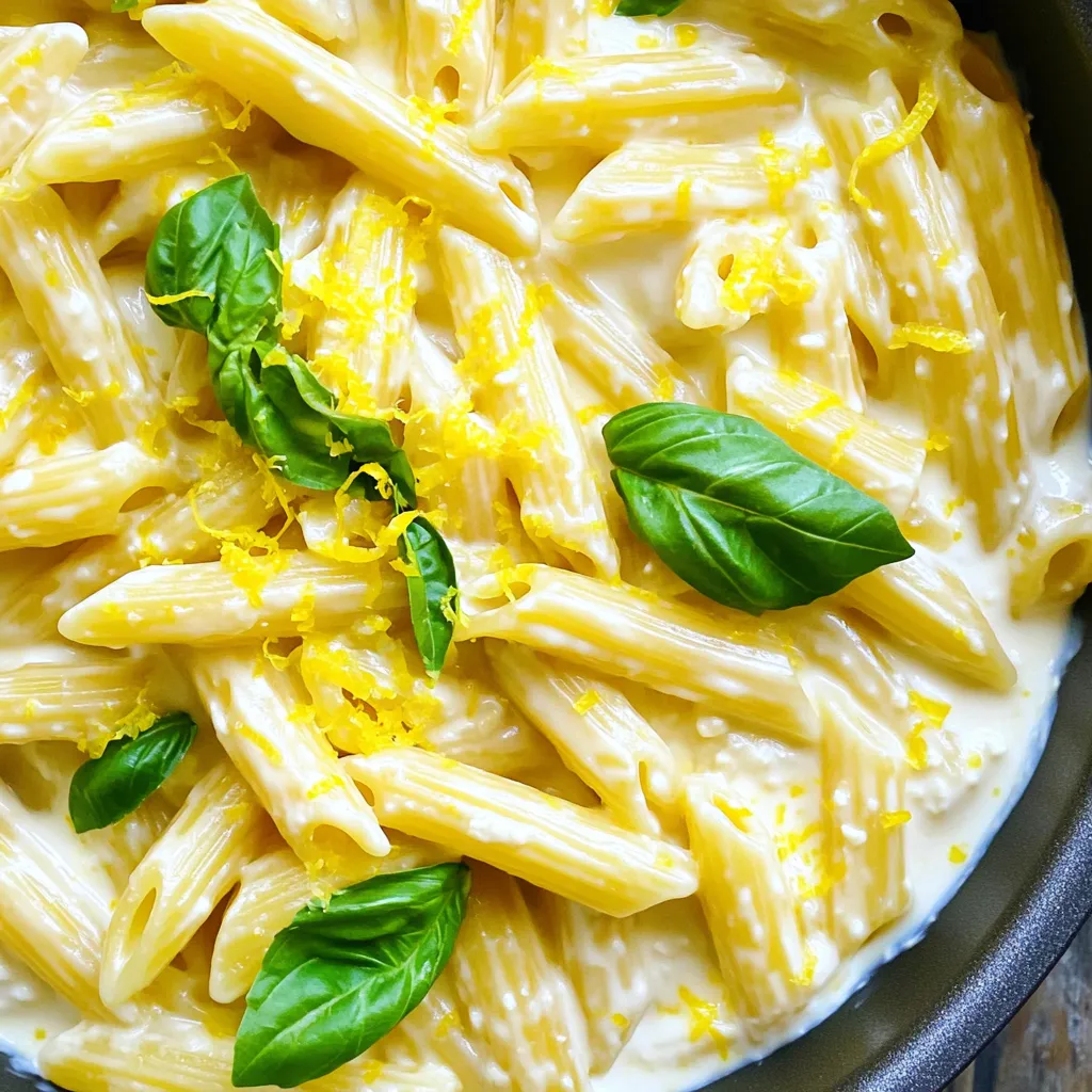 Für die cremige One-Pot Zitronen-Ricotta-Pasta brauchst du folgende Zutaten: - 340 g Pasta nach Wahl (Penne oder Fusilli) - 1 Tasse Ricotta - 1 Zitrone (abgerieben und ausgepresst) - 3 Tassen Gemüsebrühe - 1 Tasse geriebener Parmesan - 2 Knoblauchzehen, fein gehackt - 1 Esslöffel Olivenöl - Salz und schwarzer Pfeffer nach Geschmack - Frische Basilikumblätter zum Garnieren - Zusätzliche Zitronenschale zum Garnieren Du kannst die Brühe aufpeppen! Verwende dazu Gemüse wie: - Karotten - Sellerie - Zucchini - Paprika Diese Gemüse geben der Brühe mehr Geschmack und Nährstoffe. Du kannst sie einfach klein schneiden und mit der Brühe kochen. Das macht die Pasta noch gesünder und bunter. Frische Kräuter machen einen großen Unterschied! Nutze frisches Basilikum für den besten Geschmack. Du kannst auch Schnittlauch oder Petersilie verwenden. Diese Kräuter bringen Frische in dein Gericht. Zitrusfrüchte sind auch toll! Probiere Limetten oder Orangen, um die Aromen zu variieren. Gewürze wie Oregano oder Thymian passen ebenfalls gut dazu. Experimentiere mit verschiedenen Kombinationen, um deinen perfekten Geschmack zu finden! Zuerst sammelst du alle Zutaten. Du brauchst 340 g Pasta, 1 Tasse Ricotta, 1 Zitrone, 3 Tassen Gemüsebrühe, 1 Tasse Parmesan, 2 Knoblauchzehen, 1 Esslöffel Olivenöl, Salz und Pfeffer. Frische Basilikumblätter und Zitronenschale sind auch wichtig. Wasche die Zitrone und reibe die Schale ab. Das gibt einen tollen Geschmack. Jetzt kommt der Knoblauch. Erhitze das Olivenöl in einem großen Topf bei mittlerer Hitze. Füge die fein gehackten Knoblauchzehen hinzu. Brate sie etwa 1 Minute lang an, bis sie gut riechen. Achte darauf, dass der Knoblauch nicht verbrennt. Ein verbrannter Knoblauch schmeckt bitter und das wollen wir nicht. Gib die ungekochte Pasta in den Topf. Gieße die Gemüsebrühe, den Zitronensaft und die abgeriebene Zitronenschale dazu. Rühre alles gut durch. Würze mit einer Prise Salz und Pfeffer. Bringe die Mischung sanft zum Kochen. Reduziere die Hitze dann auf ein leichtes Köcheln. Decke den Topf ab und koche die Pasta, bis sie al dente ist. Das dauert etwa 10-12 Minuten. Rühre gelegentlich um, damit nichts am Boden kleben bleibt. Sobald die Pasta gekocht ist, nimm den Topf vom Herd. Rühre den Ricotta und den geriebenen Parmesan ein. Die Wärme hilft, die Käsesorten zu schmelzen. So entsteht eine leckere, cremige Sauce. Probiere die Pasta und passe die Würze an. Wenn die Sauce zu dick ist, füge etwas Wasser oder mehr Brühe hinzu. Jetzt ist es Zeit zu servieren! Nimm die Pasta und richte sie auf Tellern an. Garniere sie mit frischen Basilikumblättern und etwas Zitronenschale. Das sieht nicht nur gut aus, sondern schmeckt auch frisch und lecker. Um die beste Pasta zu machen, achte auf die Kochzeit. Jedes Pasta-Sort hat eigene Zeiten. Lies die Anleitung auf der Verpackung. Rühre die Pasta während des Kochens ab und zu um. So klebt sie nicht zusammen. Du willst, dass die Pasta al dente ist, also bissfest. Die Restwärme hilft, die Sauce cremig zu machen. Ricotta ist weich und leicht, aber du kannst auch andere Käsesorten verwenden. Probier Feta oder Ziegenkäse für andere Geschmäcker. Parmesan gibt einen salzigen Kick. Mische verschiedene Käsesorten für mehr Tiefe. Das macht das Gericht spannender und kreativer. Zu viel Wasser macht die Pasta wässrig. Nutze die richtige Menge Brühe, um die Sauce cremig zu halten. Achte darauf, die Hitze nicht zu hoch einzustellen. Überkochen kann die Pasta matschig machen. Halte die Hitze niedrig und rühre oft. Wenn die Pasta zu dick ist, füge einfach etwas Brühe hinzu. So bleibt sie perfekt. {{image_4}} Die Zitronen-Ricotta-Pasta kann einfach vegan gemacht werden. Statt Ricotta benutze ich pürierten Tofu. Füge etwas Zitronensaft und Hefeflocken hinzu, um einen ähnlichen Geschmack zu erzielen. So bleibt die Pasta cremig und lecker. Du kannst auch pflanzliche Sahne verwenden, um die Sauce noch reichhaltiger zu machen. Ich liebe es, meine Pasta mit frischem Gemüse zu bereichern. Spinat oder Erbsen sind perfekte Ergänzungen. Füge sie einfach während des Kochens der Pasta hinzu. Das Gemüse wird weich und gibt der Sauce mehr Farbe und Nährstoffe. Du kannst auch Brokkoli oder Zucchini verwenden. Experimentiere mit deinen Lieblingsgemüsesorten. Zitrusfrüchte können die Aromen der Pasta aufpeppen. Neben Zitronen kannst du Limetten oder Orangen verwenden. Die Schale und der Saft geben der Sauce eine frische Note. Ich empfehle, die Schale einer Limette für einen spritzigen Kick zu reiben. Das sorgt für mehr Vielfalt und macht das Gericht interessanter. Wenn du noch Pasta übrig hast, lass sie zuerst abkühlen. Du kannst sie dann in einem luftdichten Behälter aufbewahren. Stelle sicher, dass der Behälter gut verschlossen ist. So bleibt die Pasta frisch. Du kannst sie auch in Portionen aufteilen. So ist das Wiederaufwärmen einfacher. Um die Pasta warm zu machen, benutze einen Topf oder die Mikrowelle. Wenn du einen Topf verwendest, füge etwas Wasser hinzu. Das Wasser hilft, die Pasta nicht auszutrocknen. Erwärme die Pasta langsam, rühre sie gut um. In der Mikrowelle, decke die Pasta mit einem feuchten Tuch ab. Das hält die Feuchtigkeit. Erwärme sie in kurzen Intervallen von 30 Sekunden. Im Kühlschrank hält sich die Pasta etwa 3 bis 4 Tage. Achte darauf, sie gut zu lagern. Im Gefrierschrank bleibt die Pasta bis zu 2 Monate frisch. Packe sie in einen gefriergeeigneten Behälter oder Beutel. Beschrifte den Behälter mit dem Datum. So behältst du den Überblick. Ja, du kannst die Pasta ohne Käse zubereiten. Du kannst den Ricotta durch ein pflanzliches Produkt ersetzen. Zum Beispiel nutze veganen Cashew-Käse oder Tofu. Diese Optionen bringen eine ähnliche Cremigkeit, ohne Milchprodukte zu verwenden. Du kannst auch einfach mehr Gemüse oder Nüsse hinzufügen, um den Geschmack zu intensivieren. Die Pasta bleibt im Kühlschrank etwa drei Tage frisch. Stelle sicher, dass sie in einem luftdichten Behälter ist. Wenn du sie länger aufbewahren möchtest, kannst du die Pasta auch einfrieren. So bleibt sie bis zu drei Monate haltbar. Achte darauf, sie gut zu verpacken, um Gefrierbrand zu vermeiden. Zu dieser Pasta passen viele Beilagen gut. Ein frischer grüner Salat ist eine tolle Wahl. Auch gegrilltes Gemüse oder Knoblauchbrot ergänzen das Gericht perfekt. Du kannst auch eine leichte Suppe als Vorspeise servieren. Achte darauf, die Beilagen leicht und frisch zu halten, um die Aromen der Pasta zu unterstützen. Ja, du kannst die Pasta glutenfrei zubereiten. Verwende einfach glutenfreie Pasta-Sorten wie Linsen- oder Reisnudeln. Achte darauf, die Kochzeit entsprechend anzupassen. Glutenfreie Pasta kann anders kochen als normale Pasta. Sie benötigt oft weniger Zeit, um al dente zu werden. Die Zitronen-Ricotta-Pasta ist einfach zuzubereiten. Wir haben die Zutaten, die Zubereitungsschritte und viele hilfreiche Tipps besprochen. Zusätzlich konnten Sie verschiedene Variationen entdecken, die Ihrem Gericht mehr Geschmack verleihen. Denken Sie daran, die Reste richtig zu lagern, damit sie frisch bleiben. Mit diesen Kenntnissen sind Sie bereit, diese Pasta in Ihrer Küche zu meistern. Genießen Sie die vielen Möglichkeiten, die Ihnen jetzt zur Verfügung stehen. Viel Spaß beim Kochen!