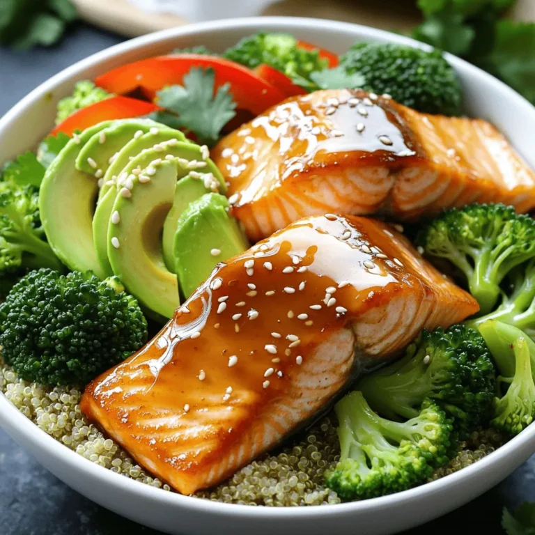 - 2 Lachsfilets - 3 Esslöffel Honig - 3 Esslöffel Sojasauce - 2 Knoblauchzehen, gehackt - 1 Teelöffel frischer Ingwer, gerieben - 1 Esslöffel Olivenöl Die Hauptzutaten sind einfach zu finden. Lachs ist reich an Omega-3-Fettsäuren. Honig bringt eine süße Note. Sojasauce fügt Tiefe hinzu. Knoblauch gibt einen tollen Geschmack. Ingwer bringt Frische in das Gericht. Olivenöl sorgt für eine schöne Bräunung. - 1 Tasse Quinoa, gründlich gewaschen - 2 Tassen Wasser oder Gemüsebrühe - 1 Tasse Brokkoli-Röschen - 1 rote Paprika, in Scheiben geschnitten - 1 Avocado, in Scheiben geschnitten Quinoa ist gesund und leicht. Brokkoli ist knusprig und voll von Vitaminen. Rote Paprika bringt Farbe und Süße. Avocado fügt Cremigkeit hinzu. Gemüsebrühe gibt der Quinoa mehr Geschmack. - Sesamsamen zur Dekoration - Frischer Koriander oder Frühlingszwiebeln zur Dekoration Sesamsamen fügen einen nussigen Crunch hinzu. Koriander oder Frühlingszwiebeln bringen Frische. Diese Garnierungen machen die Bowls hübsch und lecker. Sie sind auch eine tolle Möglichkeit, das Gericht zu verfeinern. Für die Quinoa bringe zuerst 2 Tassen Wasser oder Gemüsebrühe zum Kochen. Füge die gewaschene Quinoa hinzu und decke den Topf ab. Reduziere die Hitze auf niedrig und lasse die Quinoa etwa 15 Minuten köcheln. Die Flüssigkeit sollte ganz aufgesogen sein. Danach lockere sie mit einer Gabel auf. In einer kleinen Schüssel vermische 3 Esslöffel Honig, 3 Esslöffel Sojasauce, 2 gehackte Knoblauchzehen und 1 Teelöffel frisch geriebenen Ingwer. Diese Mischung ist der Schlüssel zu deinem Geschmack. Stelle die Sauce beiseite, während du den Rest zubereitest. Erhitze 1 Esslöffel Olivenöl in einer beschichteten Pfanne bei mittlerer bis hoher Hitze. Lege die Lachsfilets mit der Hautseite nach unten in die Pfanne. Brate den Lachs für etwa 4-5 Minuten. Wende ihn vorsichtig und gieße die Honig-Knoblauch-Sauce darüber. Garen für weitere 3-4 Minuten, bis er durchgegart ist. Lass den Lachs nach dem Garen 1 Minute ruhen. Während der Lachs kocht, bringe einen kleinen Topf mit gesalzenem Wasser zum Kochen. Füge die Brokkoli-Röschen hinzu und blanchiere sie 2-3 Minuten. Der Brokkoli sollte leuchtend grün sein. Gieße das Wasser ab und stelle ihn beiseite. Nimm Servierschalen und füge einen Löffel Quinoa als Basis hinzu. Belege die Quinoa mit den Lachsfilets, blanchiertem Brokkoli, geschnittenen roten Paprika und Avocado. Streue Sesamsamen über die Bowls. Füge frischen Koriander oder geschnittene Frühlingszwiebeln hinzu. Wenn du magst, träufle etwas übrig gebliebene Honig-Knoblauch-Sauce darüber. Um den Lachs perfekt zu garen, achte auf die Hitze. Erhitze das Olivenöl in der Pfanne, bis es heiß ist. Lege die Lachsfilets mit der Hautseite nach unten. Brate sie für 4-5 Minuten an. Wende den Lachs vorsichtig, um ihn gleichmäßig zu garen. Gieße die Honig-Knoblauch-Sauce über den Lachs. Lasse ihn weitere 3-4 Minuten garen, während du die Sauce darüber träufelst. Dies sorgt für eine leckere Glasur. Der Lachs sollte innen zart und saftig sein. Quinoa ist einfach zuzubereiten. Beginne mit gründlichem Waschen, um Bitterstoffe zu entfernen. Koche die Quinoa in Wasser oder Gemüsebrühe. Das gibt mehr Geschmack. Decke den Topf ab und reduziere die Hitze. Lasse die Quinoa für etwa 15 Minuten köcheln. Prüfe, ob die Flüssigkeit aufgesogen ist. Lockere die Quinoa mit einer Gabel auf. So bleibt sie fluffig und lecker. Die Honig-Knoblauch-Sauce ist vielseitig. Du kannst die Süße anpassen, indem du weniger Honig verwendest. Für einen würzigen Kick füge rote Paprikaflocken hinzu. Wenn du es fruchtig magst, probiere Ananassaft. Diese Variationen geben deinem Gericht einen neuen Geschmack. Zögere nicht, kreativ zu sein und die Sauce nach deinem Geschmack zu ändern. {{image_4}} Wenn du Lachs nicht magst, gibt es viele Alternativen. Du kannst Hähnchenbrust verwenden. Ein anderer guter Ersatz ist Tofu. Tofu nimmt die Aromen gut auf. Du kannst auch Garnelen oder Tempeh nehmen. Jede dieser Optionen passt gut zur Honig-Knoblauch-Sauce. Gemüse macht deine Bowls bunt und gesund. Du kannst Spinat oder Zucchini hinzufügen. Auch grüne Bohnen sind eine gute Wahl. Sie sind knackig und lecker. Eine andere Option sind Karotten, die du dünn schneiden kannst. Sie bringen Süße und Farbe in dein Gericht. Für eine vegane Version kannst du den Lachs durch gegrillten Tofu ersetzen. Achte darauf, dass die Sojasauce glutenfrei ist, wenn du diese Diät befolgst. Du kannst auch Tamari verwenden. Bei einer pflanzlichen Diät kannst du die Honig-Knoblauch-Sauce mit Agavendicksaft anpassen. So bleibt der süße Geschmack erhalten. Um Reste der Honig-Knoblauch-Lachs-Bowls aufzubewahren, lassen Sie sie zuerst abkühlen. Legen Sie den Lachs, die Quinoa und das Gemüse in einen luftdichten Behälter. Sie können die Bowls bis zu drei Tage im Kühlschrank lagern. Achten Sie darauf, die Sauce separat aufzubewahren, damit die Zutaten frisch bleiben. Wenn Sie die Bowls für später einfrieren möchten, ist das auch möglich. Teilen Sie die Reste in Portionsbehälter auf. Sie können die Bowls bis zu zwei Monate einfrieren. Denken Sie daran, die Sauce in einem separaten Behälter einzufrieren. Lassen Sie die Bowls einfach im Kühlschrank auftauen, bevor Sie sie aufwärmen. Beim Aufwärmen der Bowls gibt es einige Tipps für beste Ergebnisse. Nutzen Sie die Mikrowelle oder den Herd. Erhitzen Sie die Quinoa und das Gemüse in einer Pfanne mit etwas Wasser. Decken Sie die Pfanne ab, damit sie gleichmäßig warm werden. Der Lachs kann in der Mikrowelle vorsichtig erwärmt werden. Fügen Sie die Sauce hinzu, um den Geschmack zu verstärken. Die Zubereitung dieser Bowls dauert insgesamt nur 30 Minuten. Du kannst die Quinoa in 15 Minuten kochen. Währenddessen bereitest du den Lachs und das Gemüse vor. So hast du eine schnelle und gesunde Mahlzeit. Ja, du kannst gefrorenen Lachs verwenden. Achte darauf, ihn vorher gut aufzutauen. So erhältst du die beste Textur und den besten Geschmack. Das Kochen dauert etwas länger, also plane das ein. Wenn du keine Quinoa magst, probiere braunen Reis oder Hirse. Diese Optionen sind ebenfalls nahrhaft und lecker. Du kannst auch Blumenkohlreis für eine kalorienärmere Wahl nehmen. Ja, du kannst die Süße der Sauce anpassen. Verwende weniger Honig oder füge mehr Sojasauce hinzu. Du kannst auch etwas Zitronensaft für einen frischen Geschmack hinzufügen. So schaffst du eine Balance zwischen süß und salzig. Diese Honig-Knoblauch-Lachs-Bowl ist einfach und lecker. Wir haben die Zutaten, die Schritte zur Zubereitung und viele Tipps behandelt. Vergessen Sie nicht, Ihre Reste richtig aufzubewahren. Denken Sie auch an Variationen, um das Gericht anzupassen. Mit ein paar kleinen Änderungen können Sie diese Bowls ganz nach Ihrem Geschmack gestalten. Genießen Sie das Kochen und essen Sie gesund!