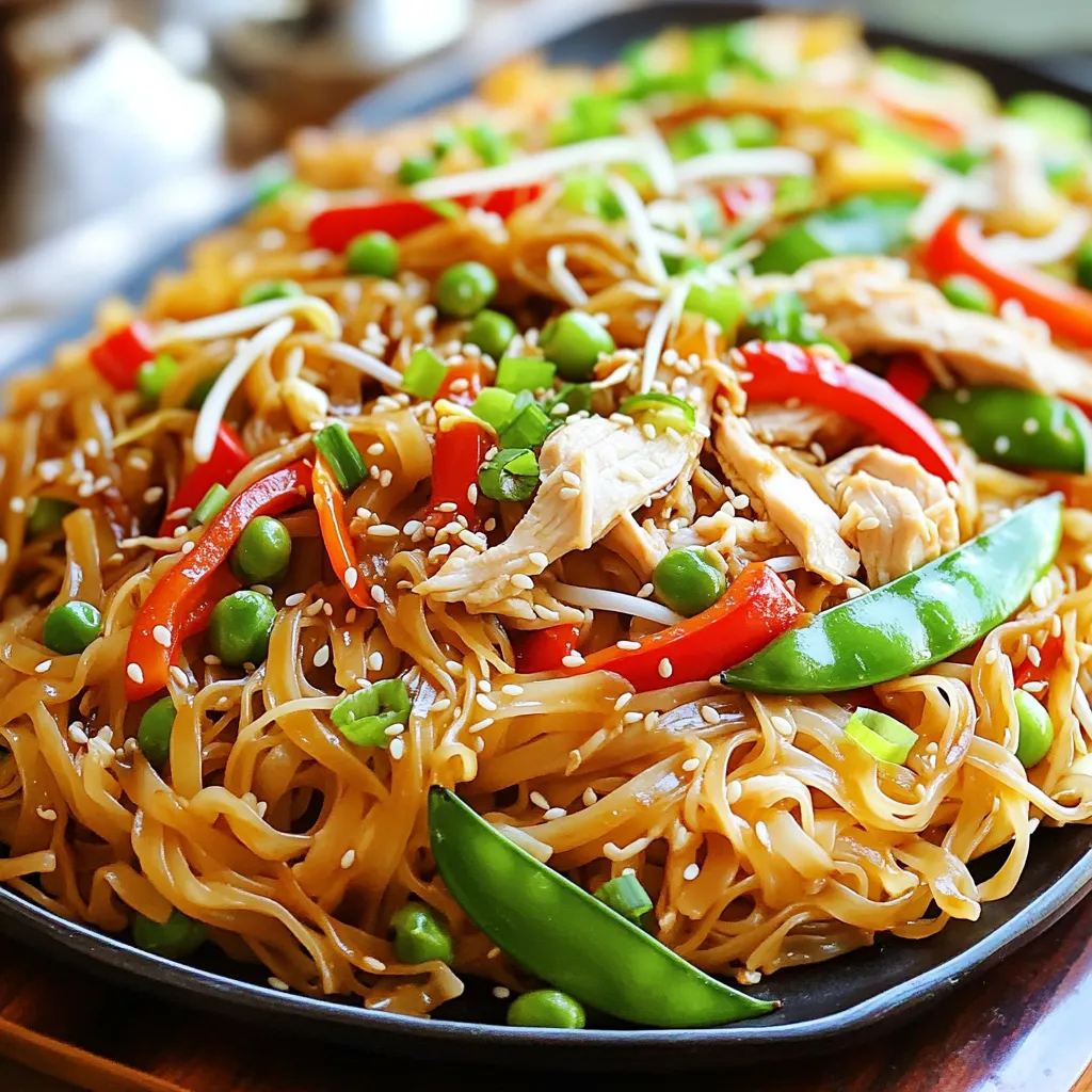 Um ein leckeres Chicken Chow Fun zu machen, brauchen Sie: - 225 g breite Reisnudeln - 450 g Hähnchenbrust, dünn geschnitten - 150 g Sojasprossen - 1 rote Paprika, in Streifen geschnitten - 150 g Zuckerschoten oder Schneerbsen, geputzt - 2 Frühlingszwiebeln, gehackt Diese Zutaten bilden die Basis für den Geschmack. Die Reisnudeln geben die Textur. Hähnchen sorgt für Protein und ist herzhaft. Für das richtige Aroma benötigen Sie: - 2 Esslöffel Sojasauce - 1 Esslöffel Austernsauce - 1 Esslöffel Maisstärke - 2 Esslöffel Pflanzenöl - 2 Knoblauchzehen, gehackt - 2 cm Stück Ingwer, gehackt - Salz und Pfeffer nach Geschmack Die Sojasauce bringt Salzigkeit. Austernsauce fügt Tiefe hinzu. Knoblauch und Ingwer sorgen für eine aromatische Note. Wählen Sie frische Zutaten. Achten Sie auf die Qualität der Hähnchenbrust. Frische Paprika und Zuckerschoten liefern den besten Geschmack. Reisnudeln sollten weich und elastisch sein. Diese Tipps helfen Ihnen, ein tolles Gericht zu machen. Um die perfekten Reisnudeln zu machen, brauchen wir breite Reisnudeln. Beginne damit, sie in heißem Wasser einzuweichen. Lass sie etwa 30 Minuten ziehen. Achte darauf, dass sie weich werden. Wenn sie fertig sind, lass sie gut abtropfen und stelle sie beiseite. Jetzt kümmern wir uns um das Hähnchen. Nimm 450 g Hähnchenbrust und schneide sie dünn. In einer Schüssel vermische das Hähnchen mit 2 Esslöffeln Sojasauce, 1 Esslöffel Austernsauce und 1 Esslöffel Maisstärke. Füge eine Prise Salz und Pfeffer hinzu. Lasse das Hähnchen für 15 Minuten marinieren. Diese Schritte helfen, das Fleisch zart und voller Geschmack zu machen. Jetzt kommt der spannende Teil! Erhitze 1 Esslöffel Pflanzenöl in einer großen Pfanne oder einem Wok. Lass das Öl heiß werden. Füge das marinierte Hähnchen hinzu und brate es 5-7 Minuten an. Achte darauf, dass es schön braun und durchgegart ist. Nimm das Hähnchen aus der Pfanne und stelle es beiseite. In derselben Pfanne fügst du den restlichen Esslöffel Öl hinzu. Jetzt kommen 2 gehackte Knoblauchzehen und ein Stück Ingwer dazu. Brate sie etwa 30 Sekunden an. Das gibt einen tollen Duft! Füge nun die geschnittene rote Paprika und die Zuckerschoten hinzu. Brate alles 2-3 Minuten, bis das Gemüse etwas weich wird. Jetzt sind die Reisnudeln dran! Gib sie in die Pfanne und vermische alles gut. Füge das gebratene Hähnchen zurück in die Pfanne. Rühre um, damit alles gut vereint wird. Am Ende kommen die Sojasprossen und die gehackten Frühlingszwiebeln dazu. Brate alles für weitere 2-3 Minuten. Achte darauf, alles gut durchzuwärmen. Du kannst jetzt nach Belieben mit mehr Sojasauce, Salz oder Pfeffer abschmecken. Serviere das Gericht heiß und genieße das köstliche Chicken Chow Fun! - Verwende frische Zutaten. Alte oder schlaffe Gemüse können den Geschmack mindern. - Achte darauf, das Hähnchen nicht zu lange zu braten. Es wird sonst trocken. - Lass die Reisnudeln nicht zu lange im Wasser. Sie sollten weich, aber nicht matschig sein. - Probiere andere Gemüsesorten wie Brokkoli oder Karotten. Sie bringen Farbe und Crunch. - Füge etwas Chilipaste oder frische Chili hinzu. Das gibt deinem Gericht eine angenehme Schärfe. - Experimentiere mit verschiedenen Soßen. Tamari oder Fischsauce können interessante Aromen hinzufügen. - Serviere das Chow Fun auf einer großen Platte. Das sieht einladend aus. - Garniere mit frischen Frühlingszwiebeln und Sesamkörnern. Das macht es noch attraktiver. - Stelle Sojasauce und Chiliöl zum Dippen bereit. So können Gäste selbst würzen. {{image_4}} Wenn Sie eine vegetarische Version von Chow Fun möchten, gibt es viele Optionen. Sie können das Hähnchen einfach durch Tofu ersetzen. Tofu nimmt den Geschmack gut auf und liefert viel Protein. Verwenden Sie festen Tofu, der gut gebraten werden kann. Fügen Sie auch mehr Gemüse hinzu, wie Karotten oder Brokkoli. Diese Zutaten machen das Gericht bunt und lecker. Chow Fun variiert je nach Region. In Hongkong wird oft mehr Sojasauce verwendet, um einen kräftigen Geschmack zu erzielen. In anderen Regionen kann man auch scharfe Saucen hinzufügen, um mehr Kick zu bekommen. In einigen Teilen Chinas wird das Gericht mit verschiedenen Fleischsorten, wie Rind oder Garnelen, zubereitet. Diese Variationen machen jede Version einzigartig und spannend. Für Allergiker gibt es auch viele Alternativen. Wenn Sie Gluten meiden müssen, nutzen Sie glutenfreie Sojasauce. Achten Sie darauf, dass die Reisnudeln keine unerwünschten Zutaten enthalten. Bei einer Sojaallergie können Sie Kokosaminos verwenden, das einen ähnlichen Geschmack hat. Für Menschen mit einer Nussallergie sollten Sie das Gericht ohne Sesamöl zubereiten. Diese Alternativen bieten viele Möglichkeiten, um Chow Fun sicher zu genießen. Wenn Sie Reste von Chicken Chow Fun haben, lagern Sie sie in einem luftdichten Behälter. Lassen Sie das Gericht zuerst auf Raumtemperatur abkühlen. So bleibt der Geschmack erhalten. Stellen Sie sicher, dass der Behälter gut verschlossen ist. Das verhindert, dass die Nudeln trocken werden. Um die Reste aufzuwärmen, verwenden Sie eine Pfanne oder die Mikrowelle. Wenn Sie die Pfanne nutzen, fügen Sie einen Esslöffel Wasser hinzu. Das hilft, die Nudeln feucht zu halten. Rühren Sie häufig, damit alles gleichmäßig erwärmt wird. In der Mikrowelle sollten Sie das Gericht in 30-Sekunden-Intervallen erhitzen. Überprüfen Sie regelmäßig, damit es nicht überkocht. Chicken Chow Fun bleibt im Kühlschrank etwa 2 bis 3 Tage frisch. Achten Sie darauf, das Gericht gut abzudecken oder in einen Behälter zu geben. Tiefkühlen ist auch möglich, aber die Textur kann sich ändern. Im Gefrierfach bleibt es bis zu 2 Monate haltbar. Denken Sie daran, es vor dem Verzehr vollständig aufzutauen. Die Zubereitung von Chicken Chow Fun dauert etwa 15 Minuten. Das Kochen benötigt weitere 30 Minuten. Somit sind Sie in insgesamt 45 Minuten fertig. Das Gericht ist schnell zubereitet und perfekt für ein schnelles Abendessen. Ja, Sie können Chicken Chow Fun mit anderen Proteinen machen. Probieren Sie Rindfleisch, Garnelen oder Tofu. Diese Proteine bringen unterschiedliche Geschmäcker und Texturen. Marinieren Sie sie wie das Hähnchen für das beste Ergebnis. Chicken Chow Fun ist vielseitig und passt gut zu vielen Beilagen. Überlegen Sie, einen frischen Salat oder gedämpftes Gemüse zu servieren. Auch Frühlingsrollen sind eine tolle Ergänzung. Diese Beilagen machen Ihr Essen noch schmackhafter und bunter. In diesem Blogbeitrag haben wir die wichtigsten Zutaten für Chicken Chow Fun behandelt. Ich habe erklärt, wie du die Reisnudeln vorbereitest, das Hähnchen marinierst und alles anbrätst. Tipps zum Vermeiden von Fehlern und kreative Variationen wurden auch erwähnt. Mit diesen Informationen kannst du leckere Chow Fun Gerichte zaubern. Denke daran, deine Reste gut zu lagern und mache das Beste aus deinen Zutaten. Viel Spaß beim Kochen!