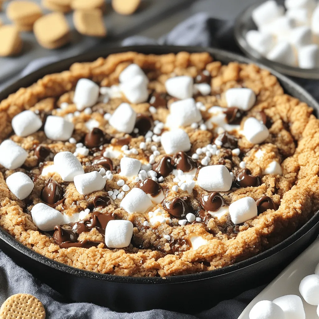 Für einen leckeren S’mores Cookie Skillet brauchst du folgende Zutaten: - 1 Tasse Allzweckmehl - 1/2 Teelöffel Backnatron - 1/4 Teelöffel Salz - 1/2 Tasse ungesalzene Butter, weich - 1/2 Tasse brauner Zucker, gepackt - 1/4 Tasse Kristalzucker - 1 Teelöffel Vanilleextrakt - 1 großes Ei - 1 Tasse Schokoladenstückchen - 1 Tasse Mini-Marshmallows - 1/2 Tasse zerbröselte Graham-Cracker (plus extra zum Bestreuen) Diese Zutaten sind die Basis für deinen S’mores Cookie Skillet. Sie sorgen für eine schöne Textur und einen tollen Geschmack. Um deinen S’mores Cookie Skillet zu machen, brauchst du einige einfache Utensilien: - Eine Gusseisenpfanne - Zwei Schüsseln (eine große und eine mittelgroße) - Ein elektrischer Mixer oder ein Schneebesen - Ein Messbecher und Messlöffel - Einen Spatel Mit diesen Utensilien kommst du gut klar. Sie helfen dir, die Zutaten gut zu mischen und den Keks perfekt zu backen. Wenn du die Zutaten wählst, achte auf Qualität. Hier sind einige Tipps: - Wähle frische Butter. Sie macht deinen Keks reichhaltig und lecker. - Nutze echte Vanilleextrakte für den besten Geschmack. - Achte darauf, dass die Schokoladenstückchen hochwertig sind. Dunkle Schokolade schmeckt besonders gut. - Verwende knusprige Graham-Cracker. Sie geben dem Keks den typischen S’mores-Geschmack. Gute Zutaten machen einen großen Unterschied. Sie bringen dein Gericht auf ein neues Level. Zuerst heize deinen Ofen auf 175°C vor. Nimm eine mittelgroße Schüssel und mische 1 Tasse Allzweckmehl, 1/2 Teelöffel Backnatron und 1/4 Teelöffel Salz. Verquirle alles gut und stelle die Mischung zur Seite. In einer großen Schüssel schlage 1/2 Tasse weiche Butter, 1/2 Tasse braunen Zucker und 1/4 Tasse Kristalzucker mit einem Mixer. Mische sie, bis die Masse hell und luftig ist. Das dauert etwa 2 bis 3 Minuten. Füge nun 1 Teelöffel Vanilleextrakt und 1 großes Ei zu dieser Mischung hinzu und rühre, bis alles gut vermischt ist. Gib die trockenen Zutaten langsam dazu und mische alles nur, bis es gerade so kombiniert ist. Vermeide es, den Teig zu überrühren. Jetzt kannst du 1 Tasse Schokoladenstückchen und 1/2 Tasse zerbröselte Graham-Cracker unterheben. Reserviere eine kleine Menge für das Topping. Fette eine Gusseisenpfanne ein und verteile den Keks-Teig gleichmäßig darin. Achte darauf, dass der Boden gut bedeckt ist. Bestreue die Oberseite des Teigs mit den reservierten Mini-Marshmallows, Schokoladenstückchen und Graham-Crackern. Backe die Pfanne für 20 bis 25 Minuten im Ofen. Die Ränder sollten goldbraun sein, und die Mitte muss fest werden. Sobald die Pfanne aus dem Ofen kommt, lasse sie einige Minuten abkühlen. Serviere die S’mores Cookie Skillet warm direkt aus dem Ofen. Du kannst zusätzliche Marshmallows danebenlegen, um sie zu toasten. Ein Schokoladensirup oder etwas Schlagsahne macht das Gericht noch verführerischer. Um den perfekten Keks-Teig zu machen, achte auf die Butter. Sie sollte weich, aber nicht geschmolzen sein. Mische die Butter gut mit den Zuckern. Das macht den Teig leicht und luftig. Füge dann das Ei und den Vanilleextrakt hinzu. Rühre nur bis alles gut vermischt ist. Überrühre den Teig nicht, sonst wird er hart. Gib die trockenen Zutaten nach und nach dazu. So bleibt der Teig schön zart. Hebe vorsichtig die Schokoladenstückchen und die Graham-Cracker unter. Diese geben deinem Keks-Teig den besonderen S’mores-Geschmack. Ein häufiges Problem ist, dass die Butter zu heiß ist. Das führt zu einem flachen Keks. Achte auch darauf, die Backzeit zu beachten. Wenn du sie zu lange backst, wird der Keks trocken. Die Ränder sollten goldbraun sein, die Mitte aber noch weich. Lass den Keks nach dem Backen kurz abkühlen. So festigt er sich und schmeckt besser. Vermeide es, den Teig zu stark zu rühren. Das kann den Keks zäh machen. Achte zudem darauf, die Pfanne gut einzufetten. So klebt der Keks nicht. Die Präsentation ist wichtig! Serviere den Keks warm aus der Pfanne. Lege einige zusätzliche Marshmallows daneben. So kann jeder sie nach Belieben rösten. Ein Schokoladensirup darüber macht das Ganze noch leckerer. Für einen zusätzlichen Crunch kannst du mehr zerbröselte Graham-Cracker obenauf streuen. Denk daran, den Keks in Stücke zu schneiden. So ist er leichter zu essen und sieht toll aus. {{image_4}} Für eine glutenfreie S’mores Cookie Skillet kannst du glutenfreies Mehl verwenden. Es gibt viele Marken, die gut funktionieren. Achte darauf, dass das Mehl eine Mischung aus verschiedenen Körnern ist. Oft ist eine Mischung aus Reis- und Mandelmehl ideal. Dies gibt dem Keks die richtige Textur. Du wirst den Unterschied kaum merken. Du kannst deiner Cookie Skillet viele Extras hinzufügen. Ich mag Erdnüsse oder Karamellstückchen. Diese geben einen tollen Crunch und mehr Geschmack. Auch Zimt kann eine interessante Note bringen. Probier es aus! Wenn du etwas Frisches magst, füge einige gehackte Nüsse oder getrocknete Früchte hinzu. Das macht den Keks noch spannender und leckerer. S’mores Cookie Skillet hebt sich durch die Kombination aus Schokolade, Marshmallows und Graham-Crackern ab. Viele andere Rezepte verwenden einfache Schokoladenstückchen oder Nüsse. Aber die S’mores-Variante hat diesen besonderen Geschmack. Sie erinnert an Lagerfeuer und Sommerabende. Der süße Geschmack der Marshmallows und die Schokolade sind unschlagbar. Dieses Rezept ist einfach und macht viel Spaß. Das macht es zu einem Favoriten bei vielen. Um das S’mores Cookie Skillet richtig aufzubewahren, lass es zuerst abkühlen. Wenn es kühl ist, decke die Pfanne mit Frischhaltefolie oder einem Deckel ab. Alternativ kannst du den Keks in Stücke schneiden und in einem luftdichten Behälter aufbewahren. So bleibt der Geschmack frisch. Möchtest du das S’mores Cookie Skillet wieder aufwärmen? Stelle den Ofen auf 175°C (350°F) ein. Lege ein Stück Alufolie über die Pfanne, um ein Austrocknen zu verhindern. Erwärme es für 10-15 Minuten, bis es warm ist. Du kannst es auch in der Mikrowelle aufwärmen. Erwärme es dort für 20-30 Sekunden. Im Kühlschrank hält sich das S’mores Cookie Skillet bis zu einer Woche. Wenn du es länger aufbewahren möchtest, friere es ein. In einem luftdichten Behälter bleibt es im Gefrierschrank bis zu drei Monate frisch. Achte darauf, das Skillet gut abzudecken, um Gefrierbrand zu vermeiden. Die Backzeit hängt von deinem Ofen ab. Überprüfe die Cookies nach 20 Minuten. Wenn sie noch zu weich sind, backe sie weitere 5 Minuten. Du willst die Ränder goldbraun und die Mitte fest haben. Ja, du kannst eine andere Pfanne verwenden. Eine runde oder quadratische Backform funktioniert gut. Achte darauf, dass sie ofenfest ist und gut gefettet wird. Die Backzeit könnte sich leicht ändern. Serviere die Pfanne warm. Lege extra Marshmallows daneben für einen zusätzlichen Toast-Effekt. Du kannst auch Schokoladensirup darüber träufeln. Eine Portion Schlagsahne passt auch sehr gut dazu. In diesem Artikel haben wir die besten Zutaten für S’mores Cookie Skillet erkundet. Du hast gelernt, wie du den Teig zubereitest und was du beim Backen beachten musst. Wir haben Tipps geteilt, um die idealen Zutaten zu wählen und häufige Fehler zu vermeiden. Du kannst sogar Variationen ausprobieren, wie glutenfreie Optionen. Denke daran, das Skillet richtig aufzubewahren, um den Geschmack zu erhalten. Mit diesen Anleitungen kommst du dem perfekten S’mores Cookie Skillet näher. Viel Spaß beim Backen und Genießen!