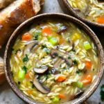 Für die One-Pot Cremige Pilz-Orzo-Suppe brauchst du folgende Zutaten: - 1 Tasse Orzo-Pasta - 2 Esslöffel Olivenöl - 1 mittelgroße Zwiebel, gehackt - 3 Knoblauchzehen, fein gehackt - 225 Gramm Cremini-Pilze, in Scheiben geschnitten - 1 mittelgroße Karotte, gewürfelt - 1 Stange Sellerie, gewürfelt - 1 Liter Gemüsebrühe - 1 Tasse Schlagsahne (oder Kokosmilch für eine leichtere Variante) - 1 Teelöffel getrockneter Thymian - Salz und Pfeffer nach Geschmack - Frische Petersilie, gehackt (zum Garnieren) - Geriebener Parmesan (optional, zum Servieren) Diese Zutaten schaffen eine wunderbare Basis für die Suppe. Die Kombination aus Pilzen, Zwiebeln und Gemüse sorgt für einen tollen Geschmack. Wenn du eine leichtere Variante der Suppe möchtest, benutze Kokosmilch anstelle von Schlagsahne. Kokosmilch bleibt cremig und hat einen milden Geschmack. Du kannst auch die Orzo-Pasta durch Vollkorn- oder glutenfreie Pasta ersetzen. Diese Alternativen machen das Gericht nahrhafter und passen gut zu verschiedenen Diäten. Cremini-Pilze sind der Star dieser Suppe. Sie haben ein reiches Aroma und sind eine tolle Quelle für Ballaststoffe. Zwiebeln und Knoblauch bringen zusätzliche Tiefe und Geschmack. Die Karotte und der Sellerie fügen Vitamine hinzu und machen die Suppe bunt. Frische Petersilie am Ende sorgt für einen frischen Biss und sieht schön aus. Geriebener Parmesan ist ein optionales Topping, das für eine salzige Note sorgt. Erhitze das Olivenöl in einem großen Topf. Füge die gehackte Zwiebel hinzu. Brate sie 3-4 Minuten lang, bis sie weich ist. Dann kommt der gehackte Knoblauch dazu. Brate ihn für eine weitere Minute an. So entfaltet sich das volle Aroma. Jetzt gib die geschnittenen Pilze, Karotten und Sellerie in den Topf. Brate das Gemüse 5-7 Minuten an. Die Pilze sollten braun und das Gemüse zart sein. Dies gibt der Suppe eine tolle Textur. Gieße die Gemüsebrühe in den Topf und bringe sie zum Kochen. Wenn die Brühe kocht, füge die Orzo-Pasta und getrockneten Thymian hinzu. Rühre gut um. Reduziere die Hitze und lasse die Suppe 10 Minuten köcheln, bis die Orzo al dente ist. So bleibt die Pasta perfekt. Rühre die Schlagsahne oder Kokosmilch in die Suppe. Lasse sie 2-3 Minuten erwärmen. Schmecke mit Salz und Pfeffer ab. Diese Schritte machen die Suppe reichhaltig und cremig. Nimm die Suppe vom Herd und garniere sie mit frischer, gehackter Petersilie. Wenn du magst, streue geriebenen Parmesan über jede Portion. Das verleiht der Suppe einen zusätzlichen Geschmack. Serviere die Suppe in tiefen Schalen. Ein wenig zusätzliche Sahne ist auch lecker. Dazu passt knuspriges Brot sehr gut. Um die perfekte Konsistenz der Orzo zu erreichen, beobachte die Kochzeit genau. Die Orzo sollte al dente sein, also bissfest. Das bedeutet, dass sie weich, aber nicht matschig ist. Koche die Pasta in der Brühe, damit sie den vollen Geschmack aufnimmt. Rühre sie oft um, damit sie nicht am Boden kleben bleibt. Verleihe der Suppe mehr Tiefe, indem du frische Kräuter hinzufügst. Basilikum oder Oregano passen gut. Du kannst auch etwas Zitronensaft hinzufügen, um die Aromen aufzufrischen. Wenn du mehr Umami willst, probiere einen Schuss Sojasauce oder Worcestershiresauce. Diese Zutaten machen den Geschmack noch reichhaltiger. Du brauchst einen großen Topf, um die Suppe gut zuzubereiten. Ein Holzlöffel hilft, die Zutaten gut zu vermischen. Ein Schneidebrett und ein scharfes Messer sind wichtig, um das Gemüse schnell zu schneiden. Halte alle Zutaten bereit, bevor du anfängst zu kochen. Das macht den Prozess einfacher und schneller. {{image_4}} Um die Suppe vegetarisch oder vegan zu machen, ersetzen Sie die Schlagsahne. Verwenden Sie stattdessen Kokosmilch oder eine pflanzliche Sahne. Diese Alternativen geben der Suppe eine cremige Textur. Achten Sie darauf, Gemüsebrühe zu wählen, die vegan ist. So bleibt der gesamte Eintopf fleischfrei. Möchten Sie mehr Protein in die Suppe bringen? Fügen Sie gekochte Hülsenfrüchte hinzu. Kichererbsen oder weiße Bohnen passen gut. Diese Zutaten machen die Suppe nahrhafter und herzhaft. Eine andere Möglichkeit ist, gewürfelte Tofu-Würfel zu verwenden. Braten Sie den Tofu vorher leicht an, um mehr Geschmack zu erhalten. Verändern Sie den Geschmack der Suppe mit verschiedenen Gewürzen. Fügen Sie geräucherten Paprika für eine rauchige Note hinzu. Oder probieren Sie Currypulver für einen würzigen Kick. Frische Kräuter wie Basilikum oder Oregano bringen einen neuen Geschmack. Experimentieren Sie mit verschiedenen Kombinationen, um die perfekte Mischung zu finden. Die Suppe bleibt frisch im Kühlschrank. Füllen Sie sie in einen luftdichten Behälter. Sie hält sich dort bis zu drei Tage. Vor dem Servieren, rühren Sie die Suppe gut um. Für längere Lagerung können Sie die Suppe einfrieren. Lassen Sie die Suppe zuerst abkühlen. Füllen Sie sie dann in gefriergeeignete Behälter oder Beutel. Die Suppe bleibt bis zu drei Monate frisch. Denken Sie daran, die Suppe vor dem Essen aufzutauen. Um die Suppe wieder aufzuwärmen, nutzen Sie einen Topf auf mittlerer Hitze. Fügen Sie etwas Brühe oder Wasser hinzu, um die Konsistenz zu verbessern. Rühren Sie die Suppe gut um und erwärmen Sie sie, bis sie heiß ist. Vermeiden Sie es, die Suppe zu kochen, um die Cremigkeit zu bewahren. Ja, Sie können die Suppe im Voraus machen. Kochen Sie die Suppe und lassen Sie sie abkühlen. Füllen Sie sie in einen Behälter und stellen Sie sie in den Kühlschrank. Sie können die Suppe bis zu drei Tage aufbewahren. Wenn Sie bereit sind zu essen, wärmen Sie die Suppe auf dem Herd oder in der Mikrowelle auf. Sie können die Sahne leicht ersetzen. Eine gute Option ist Kokosmilch. Sie hat einen ähnlichen cremigen Geschmack. Eine andere Möglichkeit ist, pflanzliche Sahne zu verwenden. Diese Optionen machen die Suppe leicht und gesünder. Zu dieser Suppe passen viele Beilagen gut. Knuspriges Brot ist eine beliebte Wahl. Es eignet sich hervorragend zum Dippen. Ein frischer Salat ergänzt die Suppe ebenfalls gut. Sie können auch Käsecracker oder geröstetes Gemüse servieren. Die Suppe bleibt im Kühlschrank etwa drei bis vier Tage frisch. Achten Sie darauf, sie gut abzudecken. Wenn Sie die Suppe länger aufbewahren möchten, frieren Sie sie ein. Im Gefrierfach hält sie bis zu drei Monate. Denken Sie daran, die Suppe vor dem Einfrieren abzukühlen. Die Zutaten sind entscheidend für den Geschmack und die Gesundheit Ihrer Suppe. Wir haben einfache Alternativen und besondere Zutaten behandelt, die Vorteile bieten. Die Schritt-für-Schritt-Anleitung macht das Kochen einfach. Tipps für die perfekte Konsistenz und Aromatisierung helfen Ihnen, besser zu kochen. Variationen bieten viele Möglichkeiten, um Ihre Suppe anzupassen. Denken Sie daran, die Lagerungshinweise zu befolgen, um die Frische zu bewahren. Mit diesen Informationen können Sie großartige Suppen kreieren, die jeden begeistern!