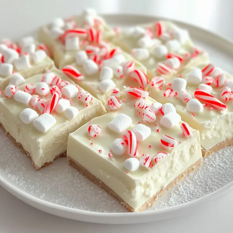 Um die No-Bake weiße Schokolade Minz-Bark Riegel einfach zu machen, brauchst du: - 2 Tassen weiße Schokoladenstückchen - 1/4 Tasse Kokosöl - 1/2 Teelöffel Pfefferminzextrakt - 1 Tasse zerbröselte Zuckerstangen - 1/2 Tasse Graham-Cracker-Brösel - 1/2 Tasse Mini-Marshmallows (optional) Diese Zutaten bilden die Basis für die Riegel. Die weiße Schokolade sorgt für eine süße Note. Das Kokosöl hilft, alles geschmeidig zu machen. Der Pfefferminzextrakt bringt einen frischen Geschmack. Möchtest du etwas mehr Crunch? Füge mehr Zuckerstangen hinzu. Du kannst auch eine Prise Salz verwenden, um die Süße auszugleichen. Die Mini-Marshmallows sind optional. Sie geben den Riegeln eine fluffige Textur. Falls du keine weiße Schokolade hast, kannst du dunkle Schokolade verwenden. Für eine milchfreie Option nimmst du vegane Schokolade. Kokosöl kannst du durch Butter ersetzen, aber das Kokosöl gibt einen tollen Geschmack. Wenn du keine Zuckerstangen hast, probiere Nüsse oder getrocknete Früchte. Lege zuerst eine 20x20 cm große Backform mit Backpapier aus. Lass die Ränder überhängen. So kannst du die Riegel später leicht herausnehmen. Diese einfache Vorbereitung macht dein Leben viel einfacher. Nimm eine mikrowellengeeignete Schüssel. Gib die weißen Schokoladenstückchen und das Kokosöl hinein. Erhitze die Mischung in der Mikrowelle. Stelle den Timer auf 30 Sekunden und rühre zwischendurch um. Wiederhole dies, bis die Schokolade geschmolzen und glatt ist. Sobald die Schokolade geschmolzen ist, füge den Pfefferminzextrakt hinzu. Rühre gut um, bis alles gleichmäßig verteilt ist. Jetzt kommen die zerbröselten Zuckerstangen und die Graham-Cracker-Brösel dazu. Vermische alles gut, bis du eine gleichmäßige Masse hast. Wenn du Mini-Marshmallows magst, hebe sie vorsichtig unter. Sie geben eine fluffige Textur. Gieße die Mischung in die vorbereitete Backform. Verteile sie gleichmäßig mit einem Spatel. Streue dann die zusätzlichen Zuckerstücken oben drauf. Dies gibt einen tollen Crunch. Stelle die Riegel für mindestens 2 Stunden in den Kühlschrank. Wenn sie fest sind, ziehe sie mit dem Backpapier heraus. Schneide sie in gleichmäßige Quadrate oder Rechtecke. Jetzt sind deine No-Bake Riegel bereit zum Genießen! Um die weiße Schokolade richtig zu schmelzen, benutze eine mikrowellengeeignete Schüssel. Mische die Schokoladenstückchen mit Kokosöl. Erhitze die Mischung in 30-Sekunden-Intervallen. Rühre dazwischen gut um. Achte darauf, dass die Schokolade nicht anbrennt. Wenn sie glatt ist, ist sie bereit für die nächsten Schritte. Du kannst den Geschmack anpassen, indem du mehr oder weniger Pfefferminzextrakt verwendest. Wenn du einen stärkeren Minzgeschmack magst, füge einen weiteren halben Teelöffel hinzu. Für eine schokoladigere Note kannst du auch dunkle Schokolade verwenden. Experimentiere mit verschiedenen Zuckerstangen für verschiedene Geschmäcker. Verwende einen Spatel, um die Mischung gleichmäßig in die Backform zu verteilen. Ein gutes Messer hilft dir, die Riegel gleichmäßig zu schneiden. Halte die Backform am besten mit Backpapier bereit, um das Herausnehmen zu erleichtern. So bleibt die Form sauber und die Riegel behalten ihre Form. {{image_4}} Du kannst verschiedene Schokoladenarten verwenden. Dunkle Schokolade bringt eine reiche Note. Vollmilchschokolade sorgt für einen süßen Geschmack. Achte darauf, die Schokoladenstückchen gleich zu schmelzen. So bleibt die Konsistenz gut. Für mehr Crunch kannst du Nüsse oder Keksstückchen hinzufügen. Du kannst auch getrocknete Früchte wie Cranberries oder Aprikosen verwenden. Diese geben einen fruchtigen Geschmack. Streue sie einfach oben auf die Mischung, bevor sie fest wird. Für Weihnachtsfeiern kannst du farbige Streusel oder festliche Zuckerstangen verwenden. An Halloween wäre eine orangefarbene Schokolade eine coole Idee. Du kannst auch verschiedene Formen verwenden, wie Herzen oder Sterne, um sie festlicher zu machen. Um die No-Bake weiße Schokolade Minz-Bark Riegel frisch zu halten, lagere sie in einem luftdichten Behälter. Stelle sicher, dass die Riegel nicht mit Luft in Kontakt kommen. Das verhindert, dass sie ihre Textur verlieren und weich werden. Den Behälter kannst du im Kühlschrank aufbewahren. So bleiben die Riegel kühl und fest. Diese Riegel bleiben bis zu zwei Wochen frisch, wenn sie im Kühlschrank aufbewahrt werden. Achte darauf, sie vor Feuchtigkeit zu schützen. Wenn du die Riegel schneller aufbrauchst, sind sie auch eine tolle Geschenkidee. Du kannst sie in hübsche Verpackungen legen und teilen. Falls du mehr Riegel machen möchtest, kannst du sie auch einfrieren. Schneide die Riegel in Portionen und lege sie in einen gefrierfesten Behälter. Achte darauf, dass sie gut verpackt sind, um Gefrierbrand zu vermeiden. So bleiben sie bis zu drei Monate haltbar. Zum Auftauen einfach für ein paar Minuten bei Raumtemperatur lassen. No-Bake Riegel halten sich im Kühlschrank bis zu zwei Wochen. Lagere sie in einem luftdichten Behälter. So bleiben sie frisch und lecker. Achte darauf, dass die Riegel nicht mit anderen stark riechenden Lebensmitteln in Kontakt kommen. Das könnte ihren Geschmack beeinflussen. Ja, du kannst dieses Rezept vegan machen. Ersetze die weißen Schokoladenstückchen durch vegane Schokolade. Achte auch darauf, ein pflanzliches Kokosöl zu verwenden. Diese Änderungen machen deine Riegel vegan und trotzdem köstlich. Das Ergebnis bleibt genauso cremig und schokoladig. Wenn du keine weißen Schokoladenstückchen hast, gibt es Alternativen. Du kannst dunkle Schokolade oder Milchschokolade nutzen. Diese Optionen geben den Riegeln einen anderen, aber leckeren Geschmack. Experimentiere mit verschiedenen Schokoladensorten, um deinen Lieblingsgeschmack zu finden. In diesem Blogbeitrag haben wir die wichtigsten Zutaten für No-Bake Riegel besprochen. Ich habe die Schritte zur Zubereitung und einige nützliche Tipps geteilt. Variationen und Lagerinformationen helfen Ihnen, die Riegel anzupassen und richtig zu lagern. No-Bake Riegel sind einfach und lecker. Probieren Sie verschiedene Zutaten aus, um Ihren perfekten Snack zu finden. Gesunde Snacks sind nur einen Schritt entfernt!