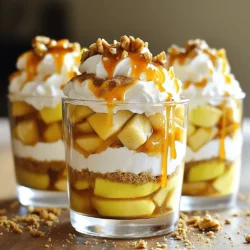Um diese leckeren Karibischen Apfel-Cheesecake-Parfaits zuzubereiten, benötigst du einige Hauptzutaten. Hier ist die Liste: - 2 große Äpfel, geschält und gewürfelt - 2 Esslöffel Butter - 1 Teelöffel Zimt - 1 Esslöffel brauner Zucker - 1 Tasse Frischkäse, weichgerührt - 1 Tasse Schlagsahne - 1/2 Tasse Puderzucker - 1 Teelöffel Vanilleextrakt - 1 Tasse Graham-Cracker-Brösel - 1/2 Tasse Karamellsauce - Gehackte Walnüsse zum Garnieren (optional) Diese Zutaten bringen die Aromen perfekt zusammen. Die Äpfel geben Süße, während der Zimt einen warmen Geschmack hinzufügt. Frischkäse und Sahne sorgen für eine cremige Textur. Du kannst deine Parfaits mit verschiedenen Zutaten dekorieren. Hier sind einige Ideen: - Gehackte Walnüsse für einen Crunch - Zusätzliche Karamellsauce für mehr Süße - Eine Prise Zimt auf der obersten Schicht Mit diesen Optionen kannst du deine Parfaits anpassen. Denke daran, dass das Aussehen auch wichtig ist. Eine schöne Garnierung macht das Dessert noch einladender. Um deine Karibischen Apfel-Cheesecake-Parfaits zuzubereiten, benötigst du einige Geräte. Hier sind die wichtigsten: - Eine Pfanne für die Äpfel - Eine Rührschüssel für die Frischkäsemasse - Ein Handmixer zum Schlagen der Sahne - Gläser oder Schalen zum Schichten der Parfaits - Einen Löffel oder Spritzbeutel für die Karamellsauce Mit diesen Utensilien wird das Zubereiten einfach. Du hast alles, was du brauchst, um loszulegen und diese köstlichen Parfaits zu machen. Zuerst nehmen wir zwei große Äpfel. Ich schäle sie und schneide sie in kleine Würfel. Dann erhitze ich zwei Esslöffel Butter in einer Pfanne bei mittlerer Hitze. Sobald die Butter schmilzt, kommen die Apfelwürfel hinein. Ich füge einen Teelöffel Zimt und einen Esslöffel braunen Zucker hinzu. Das gibt den Äpfeln einen tollen Geschmack. Ich koche die Mischung für fünf bis sieben Minuten. Die Äpfel sollten weich und leicht karamelisiert sein. Danach nehme ich die Pfanne vom Herd. Ich lasse die Äpfel abkühlen, während ich die nächste Schicht vorbereite. Jetzt bereite ich die Frischkäsemasse vor. Dazu nehme ich eine Rührschüssel. Ich gebe eine Tasse weichen Frischkäse hinein und schlage ihn mit einem Handmixer. Ich mache das, bis die Masse glatt und cremig ist. Dann füge ich nach und nach eine halbe Tasse Puderzucker und einen Teelöffel Vanilleextrakt hinzu. Ich vermenge alles gut miteinander. In einer anderen Schüssel schlage ich eine Tasse Schlagsahne, bis sich steife Spitzen bilden. Diese hebe ich vorsichtig unter die Frischkäsemasse. So bleibt die Mischung leicht und luftig. Jetzt kommt der spaßige Teil: das Schichten der Parfaits! Ich starte mit einer Schicht Graham-Cracker-Brösel am Boden jedes Glases. Dann gebe ich eine Schicht der Frischkäsemasse darüber. Darauf kommen die karamelisierten Äpfel. Ich träufle etwas Karamellsauce über die Apfelschicht. Das macht alles noch köstlicher! Ich wiederhole die Schichten, bis die Gläser voll sind. Am Ende kommt eine letzte Schicht der Frischkäsemasse oben drauf. Ich gebe noch mehr Karamellsauce obendrauf und kann optional gehackte Walnüsse hinzufügen. Jetzt kühl ich die Parfaits für mindestens 30 Minuten im Kühlschrank. So verbinden sich die Aromen wunderbar. Um die Äpfel perfekt zu karamellisieren, beginne mit frischen, knackigen Äpfeln. Ich empfehle bei dieser Rezeptur süße Äpfel wie Fuji oder Gala. 1. Erhitze die Butter in einer Pfanne auf mittlerer Hitze. 2. Füge die gewürfelten Äpfel, Zimt und braunen Zucker hinzu. 3. Rühre die Mischung oft um, um Anbrennen zu vermeiden. 4. Koche die Äpfel 5-7 Minuten, bis sie weich sind und eine goldene Farbe haben. Das Resultat sind zarte, süße Äpfel, die deine Parfaits zum Strahlen bringen. Um die Frischkäsemasse leicht und luftig zu machen, ist es wichtig, den Frischkäse gut vorzubereiten. Hier sind meine Tipps: 1. Lass den Frischkäse vorher auf Raumtemperatur kommen. So wird er geschmeidiger. 2. Schlage den Frischkäse mit einem Handmixer, bis er cremig ist. 3. Füge den Puderzucker und Vanilleextrakt langsam hinzu und mische gut. 4. Schlage die Schlagsahne, bis sie steife Spitzen bildet, und hebe sie vorsichtig unter die Frischkäsemasse. Diese Schritte helfen dir, eine luftige und cremige Füllung zu erhalten. Die Präsentation deiner Parfaits kann den Genuss erheblich steigern. Hier sind einige kreative Ideen: - Verwende durchsichtige Gläser, um die Schichten sichtbar zu machen. - Verziere die Oberseite mit mehr Karamellsauce und gehackten Walnüssen. - Füge frische Apfelscheiben oder Minzblätter als Garnierung hinzu. - Stelle die Parfaits auf eine hübsche Servierplatte. Diese Ideen machen deine Karibischen Apfel-Cheesecake-Parfaits zu einem echten Hingucker! {{image_4}} Du kannst viele Früchte für die Parfaits verwenden. Äpfel sind großartig, aber probiere auch Birnen oder Pfirsiche. Diese Früchte harmonieren gut mit der Karamellsauce. Sie geben dem Dessert einen anderen Geschmack. Schneide die Früchte in kleine Stücke. Karamellisiere sie wie die Äpfel. So bekommst du eine leckere Schicht in deinen Parfaits. Wenn du glutenfreie Parfaits machen möchtest, verwende glutenfreie Keksbrösel. Viele Marken bieten diese an. Du kannst auch Mandeln oder Haferflocken verwenden, um eine knusprige Schicht zu machen. Mahle die Mandeln oder Haferflocken zu feinen Bröseln. So bleibt der Geschmack gut und du vermeidest Gluten. Die Karamellsauce ist sehr wichtig für den Geschmack. Du kannst sie anpassen, um neue Aromen zu entdecken. Füge eine Prise Meersalz hinzu, um einen salzigen Karamellgeschmack zu bekommen. Du kannst auch etwas Vanille oder Zimt in die Sauce geben. So wird sie noch schmackhafter. Wenn du weniger Zucker möchtest, probiere eine zuckerfreie Karamellsauce. Diese Varianten machen dein Dessert spannend und lecker. Um die Karibischen Apfel-Cheesecake-Parfaits frisch zu halten, decken Sie die Gläser gut ab. Verwenden Sie Frischhaltefolie oder einen passenden Deckel. So bleibt die Creme weich und die Äpfel saftig. Lagern Sie die Parfaits im Kühlschrank, um die beste Qualität zu erhalten. Diese Parfaits halten sich im Kühlschrank bis zu drei Tage. Nach dieser Zeit können die Zutaten ihre Frische verlieren. Achten Sie darauf, die Parfaits vor dem Servieren auf mögliche Veränderungen zu prüfen. Wenn Sie eine leichte Veränderung des Geruchs oder der Textur bemerken, entsorgen Sie die Parfaits. Das Einfrieren der Parfaits ist eine gute Option, wenn Sie sie länger aufbewahren möchten. Lassen Sie sie zuerst vollständig abkühlen. Füllen Sie die Parfaits in luftdichte Behälter oder Gefrierbeutel. Achten Sie darauf, einen kleinen Platz für die Ausdehnung zu lassen. Diese Parfaits können bis zu einem Monat eingefroren werden. Zum Auftauen lassen Sie sie einfach über Nacht im Kühlschrank stehen. Die Karibischen Apfel-Cheesecake-Parfaits sind im Kühlschrank bis zu drei Tage haltbar. Bewahren Sie sie in einem luftdichten Behälter auf. Dadurch bleiben die Aromen frisch. Achten Sie darauf, die Parfaits nicht länger als nötig stehen zu lassen. So schmecken sie am besten. Ja, Sie können die Karamellsauce leicht selbst herstellen. Dazu brauchen Sie nur Zucker, Butter und Sahne. Erhitzen Sie den Zucker in einer Pfanne, bis er schmilzt. Fügen Sie dann die Butter hinzu und rühren Sie gut um. Gießen Sie schließlich die Sahne hinzu und lassen Sie die Mischung kurz köcheln. Fertig ist die leckere Karamellsauce! Ja, eine kalorienärmere Variante ist machbar. Nutzen Sie fettarmen Frischkäse und griechischen Joghurt. Diese Optionen bieten einen ähnlichen Geschmack, haben jedoch weniger Kalorien. Sie können auch die Karamellsauce reduzieren oder eine zuckerfreie Version wählen. So genießen Sie die Parfaits mit weniger Kalorien. Die Karibischen Apfel-Cheesecake-Parfaits sind einfach und lecker. Wir haben gelernt, welche Zutaten wichtig sind und wie man sie zubereitet. Die Schritt-für-Schritt-Anleitung macht das Nachmachen leicht. Tipps zur Karamellisierung und coolen Präsentation helfen dir, Eindruck zu machen. Viele Variationen wie glutenfreie Optionen bieten Flexibilität. Achte beim Lagern auf die Haltbarkeit im Kühlschrank. Du hast jetzt alles, um diese Parfaits zu genießen und zu teilen! Viel Spaß beim Ausprobieren!