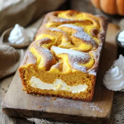 Um ein leckeres Kürbis-Cream Cheese-Brot zu machen, brauchen wir folgende Hauptzutaten: - 1 Tasse Kürbispüree (aus der Dose oder frisch zubereitet) - 1/3 Tasse Pflanzenöl - 1/3 Tasse ungesüßtes Apfelmus - 1 Tasse Kristallzucker - 2 große Eier - 1 Teelöffel Vanilleextrakt - 1 1/2 Tassen Weizenmehl - 1 Teelöffel Natron - 1 Teelöffel Backpulver - 1 Teelöffel gemahlener Zimt - 1/2 Teelöffel gemahlene Muskatnuss - 1/4 Teelöffel gemahlener Ingwer - 1/4 Teelöffel Salz Diese Zutaten machen das Brot saftig und aromatisch. Kürbispüree bringt die perfekte Süße und Farbe. Für die köstliche Füllung benötigen wir: - 4 oz Frischkäse, weich - 1/4 Tasse Puderzucker - 1 Esslöffel Milch - 1/2 Teelöffel Vanilleextrakt Die Füllung gibt dem Brot einen cremigen, süßen Geschmack. Sie ist ein echter Genuss in jedem Bissen. Um das Beste aus diesem Rezept herauszuholen, achte darauf, hochwertige Zutaten zu verwenden: - Frisches Kürbispüree schmeckt besser als Dosenware. - Verwende reines Vanilleextrakt für einen reicheren Geschmack. - Hochwertiger Frischkäse sorgt für eine cremigere Füllung. Diese kleinen Details machen einen großen Unterschied im Geschmack. Qualität zählt! Heize deinen Ofen auf 175°C vor. Fette eine Kastenform gut ein. Bestäube sie mit etwas Mehl oder lege sie mit Backpapier aus. So bleibt das Brot nicht kleben. Nimm eine große Schüssel. Gib das Kürbispüree, Pflanzenöl, Apfelmus, Kristallzucker, Eier und Vanilleextrakt hinein. Rühre alles gut um, bis die Mischung glatt ist. Achte darauf, dass keine Klumpen bleiben. In einer anderen Schüssel vermengst du das Mehl, Natron, Backpulver, Zimt, Muskatnuss, Ingwer und Salz. Nutze einen Schneebesen, um alles gut zu vermischen. Die trockenen Zutaten müssen gleichmäßig verteilt sein. Füge nun die trockenen Zutaten nach und nach zur nassen Mischung hinzu. Rühre vorsichtig um, bis kein trockenes Mehl mehr sichtbar ist. Übermixen führt zu einem festen Brot, also sei sanft. Nimm eine kleine Schüssel für die Füllung. Schlage den weichen Frischkäse, Puderzucker, Milch und Vanilleextrakt mit einem Handmixer cremig. Das Ergebnis sollte glatt und streichfähig sein. Gieße die Hälfte des Kürbisteigs in die Kastenform. Löffle dann die Frischkäsefüllung darauf. Decke die Füllung mit dem restlichen Kürbisteig ab. Mit einem Messer ziehe vorsichtig durch den Teig, um einen schönen Marmor-Effekt zu erzeugen. Backe das Brot für 60 bis 70 Minuten. Ein Zahnstocher sollte sauber herauskommen, wenn du ihn in die Mitte steckst. Lass das Brot 15 Minuten in der Form abkühlen, bevor du es auf ein Kuchengitter setzt. Warten bis es ganz abgekühlt ist, bevor du es in Scheiben schneidest. Um den Teig richtig zu machen, nutzen Sie frisches Kürbispüree. Es gibt mehr Geschmack und Feuchtigkeit. Achten Sie darauf, die Zutaten nicht zu stark zu mischen. Ein sanftes Rühren hilft, den Teig locker zu halten. Wenn der Teig zu dick ist, fügen Sie einen Esslöffel Milch hinzu. Das sorgt für eine besserere Konsistenz. Ein häufiger Fehler ist, den Teig zu lange zu mischen. Das führt zu einem dichten Brot. Ein weiterer Fehler ist, die Backzeit zu ignorieren. Kontrollieren Sie das Brot nach 60 Minuten. Ein Zahnstocher sollte sauber herauskommen. Wenn das Brot zu schnell bräunt, decken Sie es mit Aluminiumfolie ab. So bleibt es saftig und wird nicht zu dunkel. Präsentieren Sie das Brot schön, indem Sie die Oberseite mit Puderzucker bestäuben. Ein Klecks Schlagsahne neben dem Brot sieht toll aus. Für einen besonderen Touch legen Sie frische Kürbiskerne auf die Scheiben. Auch ein wenig Zimt auf der Sahne macht es leckerer. Denken Sie daran, das Brot in gleichmäßige Scheiben zu schneiden für eine schöne Optik. {{image_4}} Wenn du das Kürbis-Cream Cheese-Brot gesünder machen möchtest, gibt es einfache Alternativen. Verwende anstelle von Kristallzucker Honig oder Agavendicksaft. Du kannst auch Vollkornmehl statt Weizenmehl verwenden. Das gibt mehr Ballaststoffe und einen nussigen Geschmack. Für weniger Fett kannst du das Pflanzenöl durch Apfelmus ersetzen. Das macht das Brot auch saftiger. Nutze die Saison, um deinem Brot neue Aromen zu geben. Füge frische Kräuter wie Rosmarin oder Thymian hinzu. Diese Kräuter passen gut zu Kürbis. Du kannst auch die Gewürze anpassen. Probiere Nelken oder Anis für einen anderen Geschmack. Ein Hauch von Vanille kann das Aroma ebenfalls verfeinern. Diese kleinen Änderungen machen das Rezept spannend. Für eine vegane Version ersetze die Eier durch Chia-Eier oder Apfelmus. Verwende pflanzlichen Frischkäse für die Füllung. Für glutenfreies Brot nutze glutenfreies Mehl. Achte darauf, dass alle Zutaten glutenfrei sind. Diese Alternativen sorgen dafür, dass jeder das leckere Brot genießen kann, egal welche Diät er hat. Um dein Kürbis-Cream Cheese-Brot frisch zu halten, lass es zuerst abkühlen. Sobald es kalt ist, wickel es in Frischhaltefolie oder lege es in einen luftdichten Behälter. So bleibt es feucht und lecker. Achte darauf, dass kein Luftzug an das Brot kommt. Im Kühlschrank hält sich das Brot bis zu einer Woche. Wenn du es länger aufbewahren möchtest, friere es ein. Im Gefrierraum bleibt es bis zu drei Monate frisch. Schneide das Brot in Scheiben, bevor du es einfrierst. So kannst du immer eine Scheibe entnehmen, wenn du Lust darauf hast. Um das Brot wieder warm und köstlich zu machen, lege eine Scheibe in die Mikrowelle. Erhitze es für 10 bis 15 Sekunden. Du kannst es auch im Ofen auf 180 Grad Celsius für 5 bis 10 Minuten aufwärmen. So bleibt es schön saftig. Um das Brot saftiger zu machen, füge mehr Kürbispüree hinzu. Du kannst auch etwas mehr Öl oder Apfelmus verwenden. Diese Zutaten bringen Feuchtigkeit. Achte darauf, die Mischung vorsichtig zu rühren. So bleibt das Brot fluffig und saftig. Ja, du kannst den Zucker reduzieren. Probiere, 3/4 Tasse Zucker zu verwenden. Das Brot bleibt süß, aber weniger süß als das Original. Du kannst auch ungesüßtes Apfelmus verwenden, um den Zuckergehalt zu senken. Das Brot bleibt in einem luftdichten Behälter etwa 5 Tage frisch. Im Kühlschrank ist es länger haltbar, bis zu einer Woche. Wenn du es länger lagern möchtest, kannst du es auch einfrieren. Statt Kürbispüree kannst du Süßkartoffelpüree oder Apfelmus verwenden. Diese Alternativen geben dem Brot einen anderen Geschmack. Achte darauf, dass die Konsistenz ähnlich ist. Das Rezept funktioniert auch gut mit Zucchinipüree. Ja, du kannst die Füllung variieren. Füge Nüsse, Schokoladenstückchen oder Trockenfrüchte hinzu. Diese Zutaten bringen zusätzliche Textur und Geschmack. Du kannst auch Gewürze wie Kakaopulver oder Kardamom ausprobieren. Das Kürbis-Cream Cheese-Brot ist ein wahrer Genuss. Wir haben die wichtigsten Zutaten und Schritte besprochen. Du weißt jetzt, wie du die perfekte Füllung machst und häufige Fehler vermeidest. Die Variationen bieten viele Möglichkeiten für jeden Geschmack. Auch die Lagerung macht es einfach, dein Brot länger frisch zu halten. Denk daran, hochwertiges Zutaten zu verwenden, um den besten Geschmack zu erzielen. Viel Spaß beim Backen und Teilen deines köstlichen Ergebnisses!