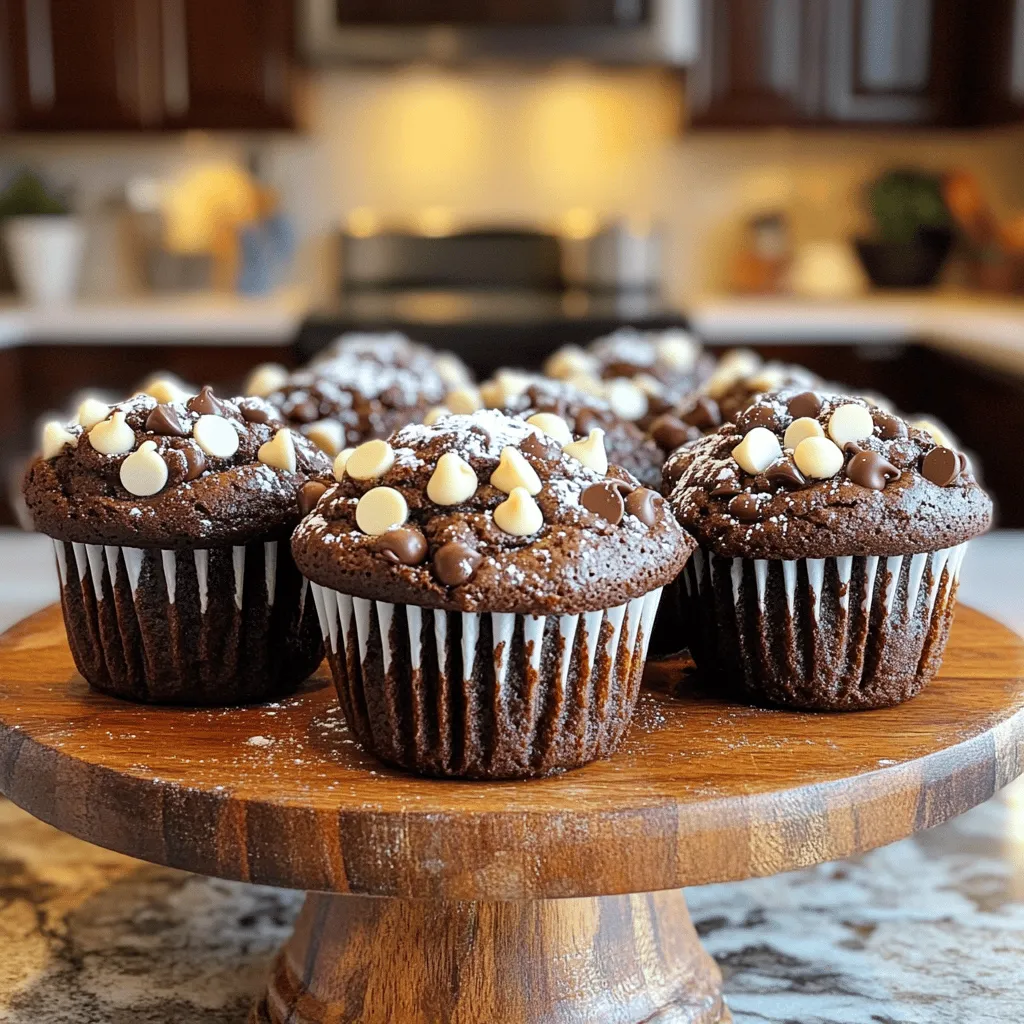Für die besten Double Chocolate Brownie Muffins brauchst du folgende Zutaten: - 1 Tasse Allzweckmehl - ½ Tasse ungesüßtes Kakaopulver - 1 Teelöffel Backpulver - ½ Teelöffel Natron - ¼ Teelöffel Salz - ½ Tasse ungesalzene Butter, geschmolzen - 1 Tasse Kristallzucker - 2 große Eier - 1 Teelöffel Vanilleextrakt - ½ Tasse Zartbitter-Schokoladenstückchen - ½ Tasse weiße Schokoladenstückchen Jede dieser Zutaten hat einen wichtigen Platz im Rezept. Das Mehl gibt Struktur. Der Kakao sorgt für den schokoladigen Geschmack. Die Butter macht die Muffins schön zart. Manchmal hast du vielleicht nicht alles zur Hand. Hier sind einige Alternativen: - Statt Allzweckmehl kannst du Dinkelmehl verwenden. - Verwende Kakaopulver mit Zucker, wenn du keinen ungesüßten Kakaopulver hast. - Ersetze Butter durch pflanzliches Öl, wenn du das magst. - Du kannst auch Honig oder Agavensirup anstelle von Zucker verwenden. - Für die Schokoladenstückchen kannst du Vollmilchschokolade nehmen. Diese Alternativen können den Geschmack etwas verändern, aber sie sind immer noch lecker. Die Qualität deiner Zutaten beeinflusst das Ergebnis. Achte auf frische Zutaten. Verwende hochwertige Schokolade für den besten Geschmack. Gutes Kakaopulver macht einen großen Unterschied. Wenn du frische Eier verwendest, schmecken die Muffins besser. Auch die Butter sollte von guter Qualität sein. Diese kleinen Dinge machen deine Muffins zu etwas Besonderem. Heize deinen Ofen auf 180°C vor. Fette ein Muffinblech ein oder lege es mit Muffinförmchen aus. Das sorgt für ein einfaches Herausnehmen der Muffins. So bleibt der Teig nicht kleben. Nimm eine mittlere Schüssel und gib das Allzweckmehl, Kakaopulver, Backpulver, Natron und Salz hinein. Verwende einen Schneebesen, um alles gut zu vermischen. Achte darauf, dass keine Klumpen entstehen. Diese Schritte sind wichtig für die Textur der Muffins. In einer großen Schüssel vermischst du die geschmolzene Butter mit dem Kristallzucker. Rühre, bis die Mischung glatt und cremig ist. Füge dann die Eier nacheinander hinzu. Rühre nach jeder Zugabe gut um. Das sorgt dafür, dass sich alles gut verbindet. Zum Schluss gib den Vanilleextrakt dazu. Nun füge die trockenen Zutaten schrittweise zu den feuchten Zutaten hinzu. Rühre nur so lange, bis alles gut vermischt ist. Übermische den Teig nicht, um die Muffins locker zu halten. Hebe dann vorsichtig die Zartbitter- und die weißen Schokoladenstückchen unter. Diese geben den Muffins einen besonders schokoladigen Geschmack. Verteile den Teig gleichmäßig auf die Muffinförmchen. Fülle jedes Förmchen zu etwa ¾ voll. Backe die Muffins für 18 bis 20 Minuten. Ein Zahnstocher sollte mit feuchten Krümeln, aber ohne flüssigen Teig herauskommen. Lass die Muffins fünf Minuten in der Form abkühlen, bevor du sie auf ein Kuchengitter legst. So bleiben sie saftig und weich. Um die perfekten Muffins zu backen, achte auf die Zutaten. Verwende frische Eier und hochwertige Schokolade. Das macht einen großen Unterschied! Mische die trockenen Zutaten gut, bevor du sie mit den feuchten Zutaten kombinierst. Rühre nur so lange, bis alles gerade vermischt ist. So bleiben die Muffins locker und saftig. Ein häufiger Fehler ist, die Muffins zu lange zu backen. Überprüfe sie rechtzeitig mit einem Zahnstocher. Wenn er mit ein paar feuchten Krümeln herauskommt, sind die Muffins perfekt. Ein weiterer Fehler ist das Übermischen des Teigs. Das macht die Muffins hart. Halte dich an die Anweisungen für die Mischung. Für die Schokolade kannst du sie in der Mikrowelle schmelzen. Gib sie in eine mikrowellengeeignete Schüssel und erhitze sie in Intervallen von 30 Sekunden. Rühre nach jeder Runde um, bis sie ganz geschmolzen ist. Achte darauf, die Schokolade nicht zu überhitzen. Du kannst auch Wasserbad verwenden. Das hält die Temperatur stabil. {{image_4}} Du kannst mit den Geschmäckern spielen! Füge Nüsse wie Walnüsse oder Pekannüsse hinzu. Diese geben einen tollen Crunch. Auch Gewürze wie Zimt oder Muskatnuss können den Muffins mehr Tiefe geben. Wenn du mehr Süße magst, probiere Karamellstückchen oder Erdnussbutterstückchen. All diese Optionen machen deine Muffins einzigartig und lecker. Für eine glutenfreie Variante, ersetze das Allzweckmehl durch glutenfreies Mehl. Achte darauf, dass du eine Mischung verwendest, die gut bindet. Einige glutenfreie Mehle benötigen mehr Flüssigkeit. Du kannst auch Hafermehl ausprobieren. Das gibt den Muffins einen tollen Geschmack. Stelle sicher, dass alle anderen Zutaten glutenfrei sind. Um diese Muffins vegan zu machen, ersetze die Eier durch Apfelmus oder eine Banane. Diese Zutaten helfen, die Feuchtigkeit zu halten. Statt Butter kannst du pflanzliche Margarine verwenden. Achte darauf, dass die Schokoladenstückchen vegan sind. Diese kleinen Änderungen machen deine Muffins ebenso schokoladig und lecker! Um die frisch gebackenen Muffins optimal aufzubewahren, lege sie in einen luftdichten Behälter. Das hilft, die Feuchtigkeit zu halten. Du kannst auch Backpapier zwischen die Muffins legen. So kleben sie nicht zusammen. Lagere die Muffins an einem kühlen, trockenen Ort. Die Küche ist oft ideal dafür. Die Muffins bleiben bei richtiger Lagerung etwa 3 bis 4 Tage frisch. Wenn du sie länger aufbewahren möchtest, ist das Einfrieren eine gute Option. Überprüfe die Muffins regelmäßig. Wenn sie trocken oder hart werden, ist es Zeit, sie zu entsorgen. Um die Muffins einzufrieren, lasse sie zuerst vollständig abkühlen. Wickele sie dann einzeln in Frischhaltefolie. Lege die eingewickelten Muffins in einen Gefrierbeutel. Das schützt sie vor Frostbrand. Du kannst die Muffins bis zu 3 Monate im Gefrierfach aufbewahren. Zum Auftauen lege sie einfach bei Raumtemperatur für einige Stunden oder in die Mikrowelle für ein paar Sekunden. So sind sie schnell wieder genussbereit. Die Muffins bleiben frisch für etwa drei bis fünf Tage. Lagere sie in einem luftdichten Behälter bei Raumtemperatur. Wenn du sie länger aufbewahren möchtest, kannst du sie einfrieren. So bleiben sie bis zu drei Monate lecker. Ja, du kannst den Teig im Voraus zubereiten. Du solltest ihn jedoch in den Kühlschrank stellen. Der Teig hält sich bis zu zwei Tage. Achte darauf, ihn vor dem Backen auf Raumtemperatur zu bringen. So bekommst du die besten Muffins. Muffins sind luftiger und weniger dicht als Brownies. Sie haben eine lockere Konsistenz und oft eine süßere Note. Brownies sind hingegen fudgy und intensiver im Geschmack. Sie haben eine dichtere Textur und mehr Schokolade. Beide Leckereien sind köstlich, aber sie bieten unterschiedliche Geschmackserlebnisse. Diese Anleitung zeigt, wie man köstliche Muffins zubereitet. Wir haben die Zutaten, den Backprozess und viele nützliche Tipps behandelt. Achte auf die Qualität der Zutaten für das beste Ergebnis. Variiere die Geschmäcker und probiere glutenfreie oder vegane Optionen. Lagere die Muffins richtig, um ihre Frische zu bewahren. Mit diesen Schritten und Tricks bist du gut gerüstet. Muffins können leicht und lecker sein, wenn du die Tipps befolgst. Viel Spaß beim Backen!