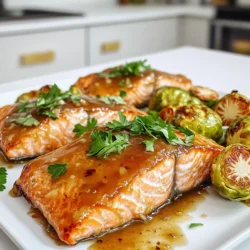 - 4 Lachsfilets - 450 g Rosenkohl, halbiert - 60 ml reiner Ahornsirup Die Hauptzutaten sind einfach und lecker. Lachsfilets bringen einen tollen Geschmack. Sie sind reich an Omega-3-Fettsäuren. Rosenkohl ist knackig und gesund. Er hat einen leicht bitteren Geschmack, der gut zu Lachs passt. Der Ahornsirup gibt dem Gericht eine süße Note. Diese Kombination ist perfekt für ein schnelles Abendessen. - 30 ml Dijon-Senf - 30 ml Olivenöl - 1 Teelöffel geräucherter Paprika Die Gewürze und Öle sind wichtig für den Geschmack. Dijon-Senf bringt eine scharfe Note. Er macht die Glasur spannend. Olivenöl sorgt für eine schöne Textur. Geräucherter Paprika gibt dem Gericht einen rauchigen Geschmack. Diese Zutaten machen den Lachs und den Rosenkohl zart und aromatisch. - 3 Knoblauchzehen, fein gehackt - 1 Esslöffel frische Petersilie, gehackt (zum Garnieren) - Salz und Pfeffer nach Geschmack Knoblauch bringt einen tollen Duft und Geschmack. Er passt gut zu Fisch und Gemüse. Petersilie ist eine schöne Garnitur. Sie bringt Farbe auf den Teller. Salz und Pfeffer sind einfach, aber wichtig. Sie heben die Aromen der anderen Zutaten hervor. Diese zusätzlichen Zutaten machen das Gericht noch besser. Heize deinen Ofen auf 200°C vor. Das hilft dem Lachs und Rosenkohl, gleichmäßig zu garen. Lege ein Backblech mit Backpapier aus. So bleibt das Blech sauber und das Essen klebt nicht fest. Nimm eine kleine Schüssel und vermenge die Zutaten. Mische 60 ml Ahornsirup, 30 ml Dijon-Senf, 30 ml Olivenöl, 3 fein gehackte Knoblauchzehen, 1 Teelöffel geräucherten Paprika, Salz und Pfeffer. Rühre alles gut um. Achte darauf, dass die Glasur eine gleichmäßige Konsistenz hat. Lege die halbierten Rosenkohl auf eine Seite des Backblechs. Beträufle sie leicht mit Olivenöl. Würze sie mit Salz und Pfeffer. Mische alles gut, damit die Rosenkohl gleichmäßig gewürzt sind. Platziere die Lachsfilets auf der anderen Seite. Bestreiche sie großzügig mit der Glasur. Bewahre einen Teil für später auf. Backe die Speisen im vorgeheizten Ofen für 15 Minuten. Nach dieser Zeit nimm das Blech heraus. Pinsle die Lachsfilets mit der restlichen Glasur. Gebe das Blech für 5-7 Minuten zurück in den Ofen. Der Lachs sollte leicht zerteilbar sein und die Rosenkohl goldbraun. Lass das Blech nach dem Backen ein paar Minuten ruhen. Um den Lachs perfekt zu garen, backen Sie ihn für 15 Minuten bei 200°C. Nach dieser Zeit, nehmen Sie ihn heraus und pinseln Sie die Glasur erneut auf. Geben Sie ihn zurück in den Ofen für 5 bis 7 Minuten. So wird der Lachs zart und saftig. Überkochen Sie den Lachs nicht, sonst wird er trocken. Ein guter Test: Der Lachs sollte leicht mit einer Gabel auseinanderfallen. Um die Reinigung zu erleichtern, verwenden Sie Backpapier. So bleiben die Reste am Blech haften. Nach dem Backen lassen sich die Rückstände leicht abwischen. Wenn Sie keine Zeit für eine gründliche Reinigung haben, weichen Sie das Blech einfach mit Wasser ein. Das macht die Arbeit viel einfacher. Für andere Geschmäcker können Sie die Glasur anpassen. Fügen Sie Honig hinzu, um die Süße zu erhöhen. Wenn Sie es schärfer mögen, geben Sie etwas Chilipulver oder frischen Ingwer hinzu. Experimentieren Sie mit verschiedenen Senfsorten. Dijon-Senf gibt einen tollen Geschmack, aber auch scharfer Senf kann gut sein. So bleibt Ihr Rezept spannend und neu. {{image_4}} Für dieses Gericht sind Rosenkohl perfekt, aber viele andere Gemüse passen gut. Zum Beispiel können Sie Karotten, Zucchini oder Süßkartoffeln verwenden. Diese Gemüsesorten bringen Farbe und Geschmack ins Spiel. Wenn Sie saisonale Anpassungen suchen, probieren Sie Spargel im Frühling oder Kürbis im Herbst. Diese Optionen sind in der Saison frisch und lecker. Wenn Sie keinen Lachs mögen, gibt es viele Alternativen. Hähnchenbrust ist eine gute Option. Sie können die gleiche Glasur verwenden, um Geschmack hinzuzufügen. Für eine vegetarische Wahl, nutzen Sie Tofu oder Kichererbsen. Diese Optionen sind gesund und sättigend. Die Glasur ist der Schlüssel zu diesem Rezept. Sie können Honig statt Ahornsirup verwenden, wenn Sie es süßer mögen. Auch Gewürze machen einen Unterschied. Fügen Sie etwas Chili oder Ingwer für einen scharfen Kick hinzu. Diese Varianten bieten neue Geschmackserlebnisse. Nach dem Kochen kann der Lachs und der Rosenkohl in einem luftdichten Behälter aufbewahrt werden. Lagern Sie das Gericht im Kühlschrank. Es bleibt dort bis zu drei Tage frisch. Achten Sie darauf, dass der Behälter gut verschlossen ist. Wenn Sie das Gericht wieder aufwärmen, nutzen Sie den Ofen oder die Mikrowelle. Für den Ofen heizen Sie ihn auf 160°C vor. Legen Sie das Essen auf ein Backblech und decken Sie es mit Aluminiumfolie ab. So bleibt der Lachs saftig. In der Mikrowelle erwärmen Sie es in kleinen Abständen. Überprüfen Sie die Temperatur, um ein Überkochen zu vermeiden. Wenn Sie mehr Lachs und Rosenkohl gemacht haben, können Sie das Gericht einfrieren. Wickeln Sie die Portionen gut in Frischhaltefolie ein und legen Sie sie in einen Gefrierbeutel. So bleibt der Geschmack länger erhalten. Der gefrorene Lachs hält bis zu drei Monate. Um das Gericht aufzutauen, legen Sie es über Nacht in den Kühlschrank. Alternativ können Sie die Portionen in der Mikrowelle auftauen. Achten Sie darauf, dass der Lachs gleichmäßig auftaut, um die Qualität zu bewahren. Der Lachs muss insgesamt etwa 20 bis 22 Minuten im Ofen backen. Zuerst backen Sie ihn für 15 Minuten. Dann fügen Sie die restliche Glasur hinzu und backen ihn für weitere 5 bis 7 Minuten. Der Lachs sollte leicht auseinanderfallen, wenn er fertig ist. Ja, Sie können dieses Rezept im Voraus zubereiten. Bereiten Sie die Glasur und das Gemüse einen Tag vorher vor. Lagern Sie alles im Kühlschrank. Am Tag der Zubereitung können Sie alles schnell zusammenstellen und backen. Das spart Zeit und sorgt für einen einfachen Abend. Zu diesem Gericht passen viele leckere Beilagen. Hier sind einige Vorschläge: - Quinoa oder Reis für eine sättigende Basis - Ein frischer grüner Salat für extra Frische - Ofenkartoffeln als herzhafte Ergänzung - Gedünstetes Gemüse für mehr Farbe und Nährstoffe Diese Beilagen ergänzen den Ahornsirup-Lachs und die Rosenkohl perfekt. Die Zubereitung von Lachs mit Rosenkohl und Ahornsirup ist einfach und lecker. Mit den richtigen Zutaten wie Dijon-Senf und geräuchertem Paprika bringen Sie Geschmack auf den Teller. Durch die Schritt-für-Schritt-Anleitung gelingt Ihnen das Gericht garantiert. Nutzen Sie Tipps zur perfekten Backzeit und Variationen, um es nach Ihrem Geschmack anzupassen. Denken Sie daran, die Reste richtig zu lagern, damit nichts verschwendet wird. Genießen Sie die Freiheit, mit diesem Rezept zu experimentieren und Ihre eigenen Varianten zu schaffen. Viel Spaß beim Kochen!