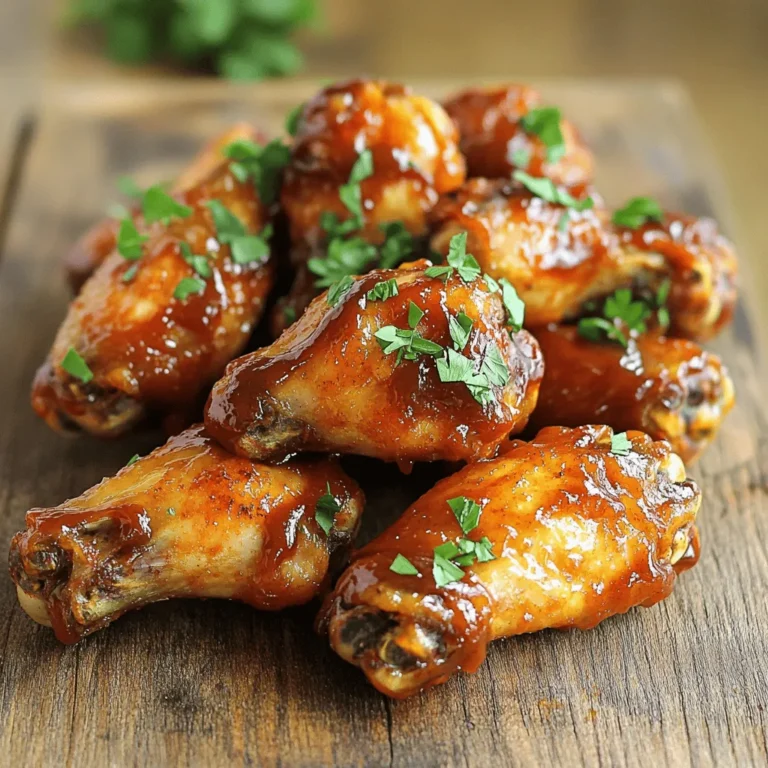 - 900 g Hähnchenflügel - 2 Esslöffel Olivenöl - 240 ml BBQ-Sauce - 1 Teelöffel Knoblauchpulver - 1 Teelöffel Zwiebelpulver - 1 Teelöffel geräuchertes Paprikapulver - Salz und Pfeffer nach Geschmack - Frische Petersilie, gehackt Um die besten Air Fryer BBQ Chicken Wings zu machen, brauchst du einige wichtige Zutaten. Zuerst sind die Hähnchenflügel der Hauptbestandteil. Sie geben den Flügeln ihren tollen Geschmack und die perfekte Textur. Olivenöl sorgt dafür, dass die Gewürze gut an den Flügeln haften. Es hilft auch, die Flügel knusprig zu machen. BBQ-Sauce ist das Geheimnis für den süßen und rauchigen Geschmack, den wir lieben. Die Gewürze sind entscheidend für den Geschmack. Knoblauchpulver und Zwiebelpulver geben ein leckeres Aroma. Geräuchertes Paprikapulver bringt eine besondere Note, die die Flügel aufwertet. Salz und Pfeffer sorgen für die richtige Würze. Vergiss nicht die frische Petersilie! Sie ist nicht nur hübsch anzusehen, sondern gibt auch einen frischen Geschmack. Diese Zutaten zusammen machen deine BBQ-Hähnchenflügel zu einem echten Hit! Heize deinen Air Fryer auf 200°C vor. Lass ihn etwa 5 Minuten heiß werden. Diese Temperatur sorgt für knusprige Hähnchenflügel. Ein gut vorgeheizter Air Fryer ist der Schlüssel für den perfekten Crunch. Nimm eine große Schüssel und gib die Hähnchenflügel hinein. Füge 2 Esslöffel Olivenöl, 1 Teelöffel Knoblauchpulver, 1 Teelöffel Zwiebelpulver, 1 Teelöffel geräuchertes Paprikapulver sowie Salz und Pfeffer nach Geschmack hinzu. Mische alles gut. Achte darauf, dass die Flügel gleichmäßig mit der Gewürzmischung bedeckt sind. Das Öl hilft, die Gewürze an den Flügeln zu haften und gibt zusätzlichen Geschmack. Legen die gewürzten Flügel in den Korb des Air Fryers. Achte darauf, dass sie in einer einzigen Schicht liegen. Überfüllung kann die Knusprigkeit mindern. Frittiere die Flügel bei 200°C für 25-30 Minuten. Wende die Flügel nach der Hälfte der Zeit. So werden sie gleichmäßig knusprig und goldbraun. Sie sind fertig, wenn sie schön knusprig sind. Um die Flügel perfekt knusprig zu machen, muss der Air Fryer heiß sein. Ich heize ihn auf 200°C vor. So wird die Haut knusprig. Vermeide es, die Flügel zu überfüllen. Eine Einzelne Schicht sorgt für eine gleichmäßige Hitzeverteilung. Wende die Flügel nach etwa 15 Minuten. Das gibt ihnen eine schöne Bräunung und Textur. Wenn es um BBQ-Sauce geht, kannst du vieles ausprobieren. Hausgemachte BBQ-Sauce hat tolle Aromen. Du kannst sie an deinen Geschmack anpassen. Nutze frische Zutaten wie Zwiebel und Knoblauch für den Kick. Gekaufte BBQ-Saucen sind schnell und einfach. Wähle eine, die dir gefällt und die gut mit dem Hähnchen harmoniert. Für die besten Beilagen empfehle ich einen frischen Salat oder knusprige Pommes. Diese passen gut zu den Flügeln. Du kannst auch Karotten- und Selleriesticks dazugeben. Sie bieten einen schönen Kontrast. Achte darauf, die Flügel warm zu servieren. Eine schöne Präsentation macht das Essen noch besser. Garnieren mit frischer Petersilie bringt Farbe und Geschmack. {{image_4}} Möchten Sie Ihren Hähnchenflügeln einen zusätzlichen Kick geben? Fügen Sie mehr Gewürze hinzu! Ich empfehle, etwas Cayennepfeffer oder Chilipulver in die Mischung zu geben. Diese Gewürze bringen mehr Hitze und Geschmack. Ein Teelöffel reicht oft aus. Wenn Sie es noch würziger mögen, probieren Sie mehr. Diese würzigen Flügel sind perfekt für Fans von scharfem Essen. Für eine neue, spannende Variante können Sie Teriyaki-Sauce verwenden. Diese asiatisch inspirierte Sauce hat süße und salzige Noten. Tauschen Sie einfach die BBQ-Sauce gegen Teriyaki aus. Mischen Sie auch ein wenig Ingwerpulver in die Gewürzmischung. Die Kombination macht die Flügel saftig und voller Geschmack. Diese Teriyaki-Flügel sind ideal für ein besonderes Abendessen oder einen Snack. Eine weitere leckere Option sind Honig-Senf-Flügel. Mischen Sie Honig mit Senf und verwenden Sie diese Mischung statt BBQ-Sauce. Diese süße und herzhafte Kombination ist ein echter Hit. Fügen Sie etwas Worcestersauce hinzu, um den Geschmack zu verstärken. Diese Flügel sind perfekt für Grillabende oder Partys. Sie werden Ihre Gäste beeindrucken! Um die Hähnchenflügel frisch zu halten, lagere sie in einem luftdichten Behälter. Achte darauf, dass sie vollständig abgekühlt sind, bevor du sie verpackst. So vermeidest du Feuchtigkeit, die die Knusprigkeit mindert. Du kannst die Flügel bis zu drei Tage im Kühlschrank aufbewahren. Für längere Lagerung kannst du sie auch einfrieren. Wickele die Flügel gut in Frischhaltefolie und packe sie in einen Gefrierbeutel. So bleiben sie bis zu drei Monate frisch. Um die Hähnchenflügel wieder knusprig zu machen, benutze den Air Fryer oder den Ofen. Heize den Air Fryer auf 180°C vor. Lege die Flügel für etwa 10 Minuten hinein. Wende sie nach fünf Minuten. Wenn du den Ofen nutzt, lege die Flügel auf ein Backblech und backe sie bei 200°C für 15 Minuten. Stelle sicher, dass sie heiß und knusprig sind, bevor du sie servierst. Vermeide die Mikrowelle, da sie die Flügel weich macht. Nach dem Kochen sind die Flügel bis zu drei Tage im Kühlschrank haltbar. Bewahren Sie sie in einem luftdichten Behälter auf. Stellen Sie sicher, dass die Flügel abgekühlt sind, bevor Sie sie lagern. Wenn Sie sie länger aufbewahren möchten, können Sie sie einfrieren. Dort bleiben sie bis zu drei Monate frisch. Achten Sie darauf, sie gut einzupacken, damit sie nicht austrocknen. Ja, gefrorene Hähnchenflügel sind eine gute Wahl. Lassen Sie sie im Kühlschrank über Nacht auftauen. Sie können auch die Mikrowelle nutzen, um sie schnell aufzutauen. Achten Sie darauf, sie gleichmäßig zu kochen. Wenn die Flügel gefroren sind, verlängert sich die Garzeit um etwa 5 bis 10 Minuten. Prüfen Sie immer die Innentemperatur. Sie sollte mindestens 75°C betragen. Um die Flügel noch knuspriger zu machen, gibt es ein paar Tricks. Sie können die Haut trocken tupfen, bevor Sie die Gewürze hinzufügen. Eine weitere Möglichkeit ist, etwas Backpulver zu den Gewürzen zu geben. Das hilft, die Feuchtigkeit zu entfernen. Achten Sie darauf, dass die Flügel im Air Fryer nicht übereinanderliegen. Eine gleichmäßige Luftzirkulation ist wichtig für die perfekte Knusprigkeit. Diese Anleitung gab dir alles für perfekt knusprige BBQ-Hähnchenflügel. Von den Hauptzutaten über die Gewürze bis zu den verschiedenen Varianten. Du hast gelernt, wie man die Flügel richtig zubereitet und aufbewahrt. Denke daran, mit den BBQ-Saucen zu experimentieren und die Garnierung kreativ zu gestalten. Nutze die Tipps, um deine Flügel immer perfekt hinzubekommen. Jetzt bist du bereit, deine Freunde und Familie mit leckeren Hähnchenflügeln zu begeistern! Viel Spaß beim Kochen und Genießen!