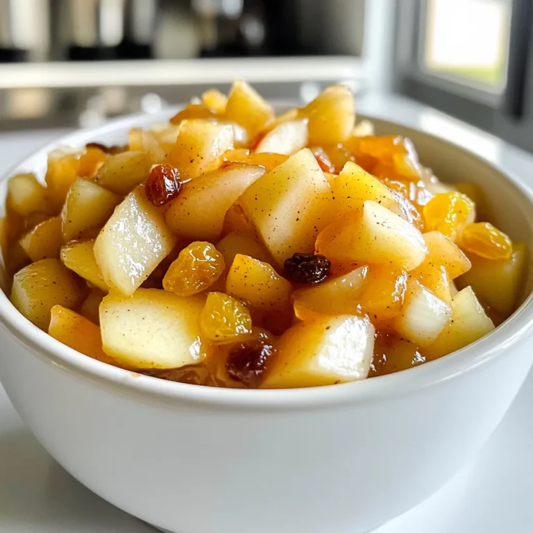 Für das perfekte Apfel-Chutney brauchst du einige Hauptzutaten. Hier sind sie: - 6 mittelgroße Äpfel, geschält, entkernt und gewürfelt - 1 mittelgroße Zwiebel, fein gehackt - 1 Tasse brauner Zucker - 1 Tasse Apfelweinessig - 1 Tasse Rosinen Diese Zutaten geben dem Chutney seine süße und fruchtige Basis. Ich empfehle, frische Äpfel zu wählen, die gut schmecken. Äpfel wie Granny Smith oder Honeycrisp bringen den besten Geschmack. Die Gewürze machen das Chutney besonders lecker. Hier sind die Gewürze, die du brauchst: - 1 Teelöffel gemahlener Zimt - 1/2 Teelöffel gemahlener Ingwer - 1/2 Teelöffel gemahlene Nelken - 1/2 Teelöffel Muskatnuss - 1 Teelöffel Senfkörner - 1/2 Teelöffel Salz - 1 Esslöffel Olivenöl Diese Gewürze sorgen für Wärme und Tiefe im Geschmack. Der Zimt und die Nelken bringen eine herbstliche Note. Senfkörner fügen eine sanfte Schärfe hinzu. Falls du einige Zutaten nicht hast, gibt es Alternativen. Hier sind ein paar Vorschläge: - Statt braunem Zucker kannst du Honig verwenden. - Verwende weiße Zwiebeln, wenn du keine roten hast. - Du kannst auch andere Trockenfrüchte wie Aprikosen oder Cranberries probieren. Diese Alternativen geben dem Chutney neue Geschmäcker. Sei kreativ und finde deine Lieblingskombination! Zuerst nimmst du die Äpfel. Du brauchst sechs mittelgroße Äpfel. Schäle sie, entferne die Kerne und schneide sie in kleine Stücke. Dann hacke eine Zwiebel fein. In einer großen Schüssel vermischst du die gewürfelten Äpfel, die Zwiebel, eine Tasse braunen Zucker, eine Tasse Apfelweinessig und eine Tasse Rosinen. Mische alles gut durch. Füge dann die Gewürze hinzu: einen Teelöffel Zimt, einen halben Teelöffel Ingwer, einen halben Teelöffel Nelken, einen halben Teelöffel Muskatnuss, einen Teelöffel Senfkörner und einen halben Teelöffel Salz. Rühre alles erneut gut um. Erhitze in einer Pfanne einen Esslöffel Olivenöl bei mittlerer Hitze. Gib die gehackte Zwiebel in die Pfanne. Brate sie etwa drei bis vier Minuten an, bis sie weich und durchscheinend ist. Achte darauf, dass sie nicht anbrennt. Jetzt kommt der große Schritt. Gib die angebratenen Zwiebeln in den Slow Cooker. Füge die Apfelmischung hinzu und rühre alles gut durch. Decke den Slow Cooker ab und stelle ihn auf niedrige Hitze. Lass das Chutney 6 bis 8 Stunden kochen. Wenn du es eilig hast, kannst du die hohe Hitze wählen und das Chutney 3 bis 4 Stunden kochen. Das Chutney ist fertig, wenn die Äpfel weich sind und die Mischung dick wird. Du kannst es mit einem Kartoffelstampfer leicht zerdrücken, wenn du eine glattere Konsistenz magst. Lass das Chutney abkühlen, bevor du es in Gläser füllst. Um den Geschmack deines Apfel-Chutneys zu verbessern, kannst du ein paar Tricks anwenden. Füge etwas frisch gepressten Zitronensaft hinzu. Dies bringt eine frische Note. Du kannst auch etwas Vanilleextrakt verwenden. Das gibt dem Chutney Tiefe und süße Aromen. Für einen Hauch von Schärfe, füge eine Prise Cayennepfeffer hinzu. So wird dein Chutney noch interessanter! Ein häufiger Fehler ist, die Äpfel nicht richtig vorzubereiten. Achte darauf, die Äpfel gleichmäßig zu würfeln. So garen sie gleichmäßig. Wenn du die Zwiebeln zu lange anbrätst, können sie bitter werden. Halte sie also im Auge! Ein weiterer Fehler ist, das Chutney nicht lange genug zu kochen. Lass es die volle Zeit im Slow Cooker, um die Aromen gut zu entwickeln. Du kannst das Chutney im Voraus vorbereiten. Schneide die Äpfel und Zwiebeln am Vortag. Bewahre sie in einer Schüssel im Kühlschrank auf. So sparst du Zeit am Kochtag. Du kannst auch größere Mengen machen und das Chutney in Gläser abfüllen. Es hält sich gut im Kühlschrank oder im Gefrierfach. So hast du immer eine leckere Beilage bereit! {{image_4}} Für mehr Geschmack kannst du andere Früchte hinzufügen. Birnen passen gut zu Äpfeln. Ihre Süße macht das Chutney noch besser. Auch Pflaumen bringen eine tolle Note. Denke daran, die Früchte gleich groß zu schneiden. So kochen sie gleichmäßig. Die Gewürze sind der Schlüssel zu einem guten Chutney. Probiere verschiedene Gewürze aus. Zum Beispiel, anstelle von Zimt, kannst du Vanille verwenden. Das gibt eine süße Note. Eine Prise Kreuzkümmel sorgt für einen warmen Geschmack. Experimentiere mit deinem Lieblingsgeschmack. Wenn du es scharf magst, füge Chili hinzu. Chiliflocken oder frische Peperoni bringen den Kick. Fang mit einer kleinen Menge an. Du kannst später mehr hinzufügen. Diese Schärfe passt gut zu Käse oder Fleisch. So wird dein Chutney spannend und einzigartig. Um dein Spiced Apple Chutney richtig abzufüllen, verwende saubere Gläser. Sterilisiere sie vorher, um Bakterien zu vermeiden. Fülle das Chutney heiß in die Gläser. Lass dabei etwas Platz oben, damit die Luft entweichen kann. Verschließe die Gläser fest mit einem Deckel. Lagere sie an einem kühlen und dunklen Ort. Im Kühlschrank bleibt dein Chutney frisch. Es hält etwa 2 bis 3 Wochen. Achte darauf, ein sauberes Besteck zu benutzen, wenn du etwas herausnimmst. So vermeidest du Kontamination. Wenn sich Schimmel bildet, entsorge das Chutney sofort. Das Einfrieren ist eine tolle Option, wenn du das Chutney länger aufbewahren möchtest. Verwende gefriergeeignete Behälter oder Beutel. Lass etwas Platz, da das Chutney beim Gefrieren expandiert. So bleibt die Konsistenz gut. Im Gefrierfach hält es bis zu 6 Monate. Wenn du es verwenden möchtest, tau das Chutney einfach im Kühlschrank auf. Du kannst das Spiced Apple Chutney bis zu sechs Monate aufbewahren. Achte darauf, es in sauberen, sterilen Gläsern zu füllen. Halte das Chutney nach dem Öffnen im Kühlschrank. So bleibt es frisch und lecker. Es ist wichtig, die Gläser gut zu verschließen. Dadurch verhinderst du das Eindringen von Luft und Bakterien. Ja, frische Äpfel sind perfekt für das Chutney. Wähle eine süße und leicht säuerliche Sorte. Gute Optionen sind Granny Smith oder Braeburn. Diese Äpfel geben dem Chutney eine tolle Textur und Geschmack. Achte darauf, die Äpfel gründlich zu schälen und zu entkernen. So erhältst du das beste Ergebnis. Apfel-Chutney passt zu vielen Gerichten. Es ergänzt besonders gut Fleischgerichte wie Hähnchen oder Schweinefleisch. Du kannst es auch zu Käseplatten servieren. Es gibt dem Käse einen tollen Kontrast. Auch zu geröstetem Brot oder als Füllung für Sandwiches ist es ideal. Experimentiere mit verschiedenen Kombinationen und entdecke deinen Favoriten! Apfel-Chutney ist einfach zu machen und lecker. Wir haben die Hauptzutaten und Gewürze besprochen. Die Schritt-für-Schritt-Anleitung führt dich durch die Zubereitung. Du lernst auch, wie du den Geschmack optimierst und Fehler vermeidest. Variationen zeigen dir neue Möglichkeiten. Und schließlich gibt es wichtige Tipps zur Lagerung. Denke daran, dein Chutney an deine Vorlieben anzupassen. So wird jede Mahlzeit zum Genuss.