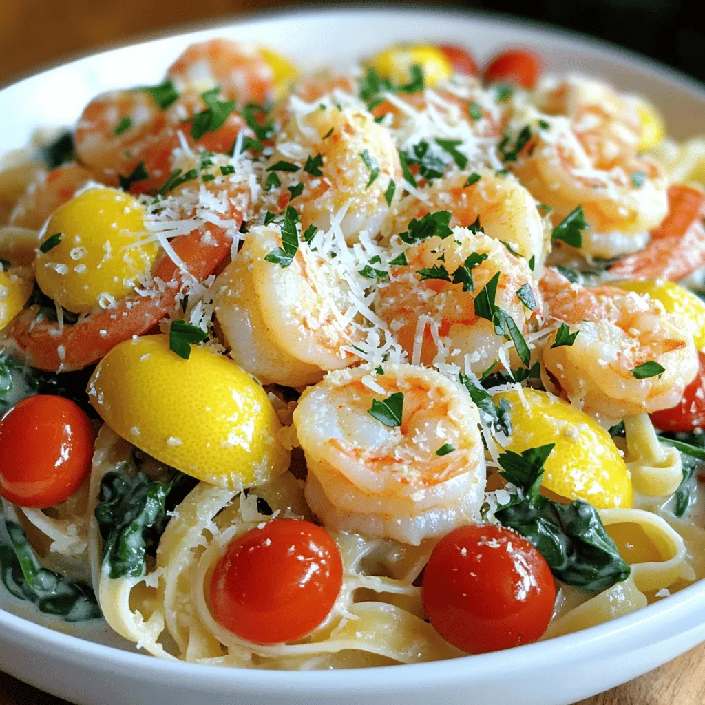 Um leckere cremige Zitronen-Knoblauch-Garnelen zuzubereiten, brauchst du folgende Hauptzutaten: - 450 g große Garnelen, geschält und entdarmt - 3 Esslöffel Olivenöl - 4 Knoblauchzehen, fein gehackt - 240 ml Schlagsahne - 1 Esslöffel Zitronenschale - 60 ml frischer Zitronensaft - 150 g Kirschtomaten, halbiert - 90 g frischer Spinat - 50 g geriebener Parmesan - Frische Petersilie, gehackt zur Garnitur Die richtigen Gewürze und Kräuter machen den Unterschied. Du brauchst: - 1 Teelöffel italienische Kräuter - Salz und Pfeffer nach Geschmack Diese Gewürze geben den Garnelen einen tollen Geschmack. Der Knoblauch sorgt für ein besonderes Aroma, während die Zitronenschale und der Saft Frische bringen. Zu diesen leckeren Garnelen passen einige Beilagen sehr gut. Hier sind meine Empfehlungen: - Gekochte Pasta - Reis - Ein frischer grüner Salat Serviere die Garnelen auf einem Bett aus Pasta oder Reis. Ein Spritzer Zitronensaft und etwas Petersilie machen das Gericht noch schöner. Zuerst müssen Sie die Garnelen vorbereiten. Verwenden Sie 450 g große Garnelen, die geschält und entdarmt sind. Diese Garnelen sind perfekt für das Gericht. Sie haben einen süßen Geschmack und werden schnell gar. Achten Sie darauf, die Garnelen trocken zu tupfen. Dies hilft, eine schöne Farbe zu bekommen, wenn sie in die Pfanne kommen. Erhitzen Sie 3 Esslöffel Olivenöl in einer großen Pfanne bei mittlerer Hitze. Sobald das Öl heiß ist, fügen Sie 4 fein gehackte Knoblauchzehen hinzu. Braten Sie den Knoblauch etwa 1 Minute an. Achten Sie darauf, dass er nicht anbrennt, denn das macht den Geschmack bitter. Geben Sie dann die Garnelen in die Pfanne. Würzen Sie sie mit Salz, Pfeffer und 1 Teelöffel italienischen Kräutern. Kochen Sie die Garnelen 2-3 Minuten auf jeder Seite, bis sie rosa sind. Nehmen Sie die Garnelen aus der Pfanne und stellen Sie sie beiseite. Gießen Sie in die gleiche Pfanne 240 ml Schlagsahne, 1 Esslöffel Zitronenschale und 60 ml frischen Zitronensaft. Lassen Sie die Mischung bei mittlerer Hitze köcheln. Rühren Sie häufig um, damit alles gut vermischt wird. Lassen Sie die Sauce 2-3 Minuten eindicken. Fügen Sie 150 g halbierte Kirschtomaten hinzu und garen Sie sie 2 Minuten, bis sie weich werden. Rühren Sie 90 g frischen Spinat unter und garen Sie ihn, bis er zusammenfällt. Bevor Sie die Garnelen zurück in die Pfanne geben, stellen Sie sicher, dass die Sauce gut eingedickt ist. Geben Sie die Garnelen zurück in die Pfanne. Vermengen Sie alles gut und lassen Sie es eine weitere Minute kochen. Dies sorgt dafür, dass alles gut erhitzt wird und die Sauce gleichmäßig verteilt ist. Zum Schluss rühren Sie 50 g geriebenen Parmesan ein. Warten Sie, bis der Käse geschmolzen und gut vermischt ist. Passen Sie die Gewürze nach Geschmack an. Garnieren Sie das Gericht mit frisch gehackter Petersilie, bevor Sie es servieren. Servieren Sie die cremigen Garnelen auf einem Bett aus gekochter Pasta oder Reis. Träufeln Sie zusätzlich etwas Zitronensaft darüber und streuen Sie mehr Petersilie für einen frischen Farbkontrast. Um die Garnelen perfekt zu garen, beginne mit großen, frischen Garnelen. Sie sind saftiger und zarter. Du solltest die Garnelen nur für 2-3 Minuten auf jeder Seite kochen. Achte darauf, sie nicht zu übergaren. Wenn sie rosa werden, sind sie fertig. Das macht die Garnelen weich und lecker. Du kannst dieses Rezept leicht anpassen. Wenn du Knoblauch magst, füge mehr hinzu. Für weniger Knoblauch, nimm einfach weniger. Bei Allergien gegen Schalentiere kannst du auch Hähnchen oder Tofu verwenden. Für eine milde Variante, ersetze die Sahne durch Kokosmilch. Somit bleibt der Geschmack cremig, aber du vermeidest Milchprodukte. Frische Garnelen haben einen tollen Geschmack. Sie sind oft zarter und saftiger. Wenn du gefrorene Garnelen verwendest, taue sie zuerst auf. Dies geht schnell unter kaltem Wasser. Gehe sicher, dass sie gleichmäßig gegart werden. Beide Optionen sind gut, aber frische Garnelen bringen mehr Geschmack in dein Gericht. {{image_4}} Um eine vegane Version zu machen, ersetzen Sie die Garnelen durch Blumenkohl oder Tofu. Diese Zutaten nehmen die Aromen gut auf. Verwenden Sie pflanzliche Sahne, um die Cremigkeit zu erreichen. Kokosnusscreme ist eine gute Wahl. Vergessen Sie nicht, die Gewürze anzupassen, um den Geschmack zu verbessern. Cremige Zitronen-Knoblauch-Garnelen passen hervorragend zu verschiedenen Pasta-Sorten. Spaghetti oder Linguine sind klassische Optionen. Sie können auch Fusilli verwenden, die die Sauce gut festhalten. Kochen Sie die Pasta nach Packungsanweisung und mischen Sie sie direkt mit der Sauce. Das macht das Gericht noch köstlicher. Sie können auch andere Gemüse hinzufügen. Brokkoli oder Zucchini passen gut zu diesem Gericht. Schneiden Sie das Gemüse klein und braten Sie es zusammen mit den Garnelen an. Auch Erbsen oder Paprika bringen Farbe und Geschmack. Experimentieren Sie mit verschiedenen Gemüsesorten, um neue Geschmäcker zu entdecken. Wenn Sie Garnelen übrig haben, lagern Sie sie in einem luftdichten Behälter. Stellen Sie sicher, dass die Garnelen vollständig abgekühlt sind. So halten sie sich bis zu zwei Tage im Kühlschrank. Achten Sie darauf, die Garnelen nicht in der Sauce aufzubewahren, da dies die Textur verändern kann. Separat gelagert, bleiben die Garnelen frisch und lecker. Möchten Sie die Garnelen länger aufbewahren? Dann frieren Sie sie ein! Portionieren Sie die Garnelen in einem gefrierfesten Behälter oder einem Gefrierbeutel. Entfernen Sie so viel Luft wie möglich, um Gefrierbrand zu vermeiden. Gefrorene Garnelen halten sich bis zu drei Monate. Denken Sie daran, die Garnelen vor dem Essen im Kühlschrank oder in kaltem Wasser aufzutauen. Um die übrig gebliebenen Garnelen wieder aufzuwärmen, nutzen Sie eine Pfanne oder die Mikrowelle. In der Pfanne erhitzen Sie die Garnelen bei mittlerer Hitze. Fügen Sie etwas Wasser oder Brühe hinzu, um sie nicht auszutrocknen. In der Mikrowelle erwärmen Sie die Garnelen in kurzen Intervallen, um sie gleichmäßig zu erhitzen. Seien Sie vorsichtig, um sie nicht zu übergaren. So bleiben die Garnelen zart und saftig. Um die Sauce dicker zu machen, gibt es einige einfache Methoden. Eine Option ist, mehr Parmesan hinzuzufügen. Der Käse schmilzt und sorgt für eine cremigere Konsistenz. Eine andere Möglichkeit ist, die Schlagsahne etwas länger köcheln zu lassen. So verdampft mehr Flüssigkeit und die Sauce wird dicker. Sie können auch einen Teelöffel Maisstärke in etwas Wasser auflösen und zur Sauce hinzufügen. Rühren Sie gut um, und die Sauce wird schnell dicker. Ja, Sie können die Garnelen leicht durch ein anderes Protein ersetzen. Hühnchenbrust ist eine beliebte Wahl. Schneiden Sie das Hühnchen in kleine Stücke und braten Sie es wie die Garnelen an. Auch Lachs oder Tofu sind gute Alternativen. Passen Sie die Garzeit an, damit das Protein gut durchgegart wird. Achten Sie darauf, die Gewürze nach Ihrem neuen Protein auszuwählen. Beilagen sind wichtig, um das Gericht abzurunden. Pasta ist eine großartige Wahl, da sie die Sauce gut aufnimmt. Reis ist ebenfalls eine gute Option, um die Aromen zu ergänzen. Auch frisches Brot passt gut, um die Sauce aufzutunken. Ein einfacher grüner Salat bringt Frische ins Spiel und balanciert das Gericht. Fügen Sie auch etwas Zitronensaft hinzu, um die Aromen zu verstärken. Wir haben heute die besten Zutaten für cremige Zitronen-Knoblauch-Garnelen entdeckt. Dazu gehören frische Kräuter und Gewürze, die den Geschmack verstärken. Ich habe mit dir die Schritte zur perfekten Zubereitung und hilfreiche Tipps geteilt, um sicherzustellen, dass deine Garnelen immer gelingen. Denke auch an Variationen und Anpassungen, um das Gericht deinen Vorlieben anzupassen. Wenn du Reste hast, weißt du nun, wie du sie aufbewahren und wieder aufwärmen kannst. Diese einfache, leckere Mahlzeit wird dir und deinen Gästen sicher Freude bringen. Coach dich selbst und koche los!