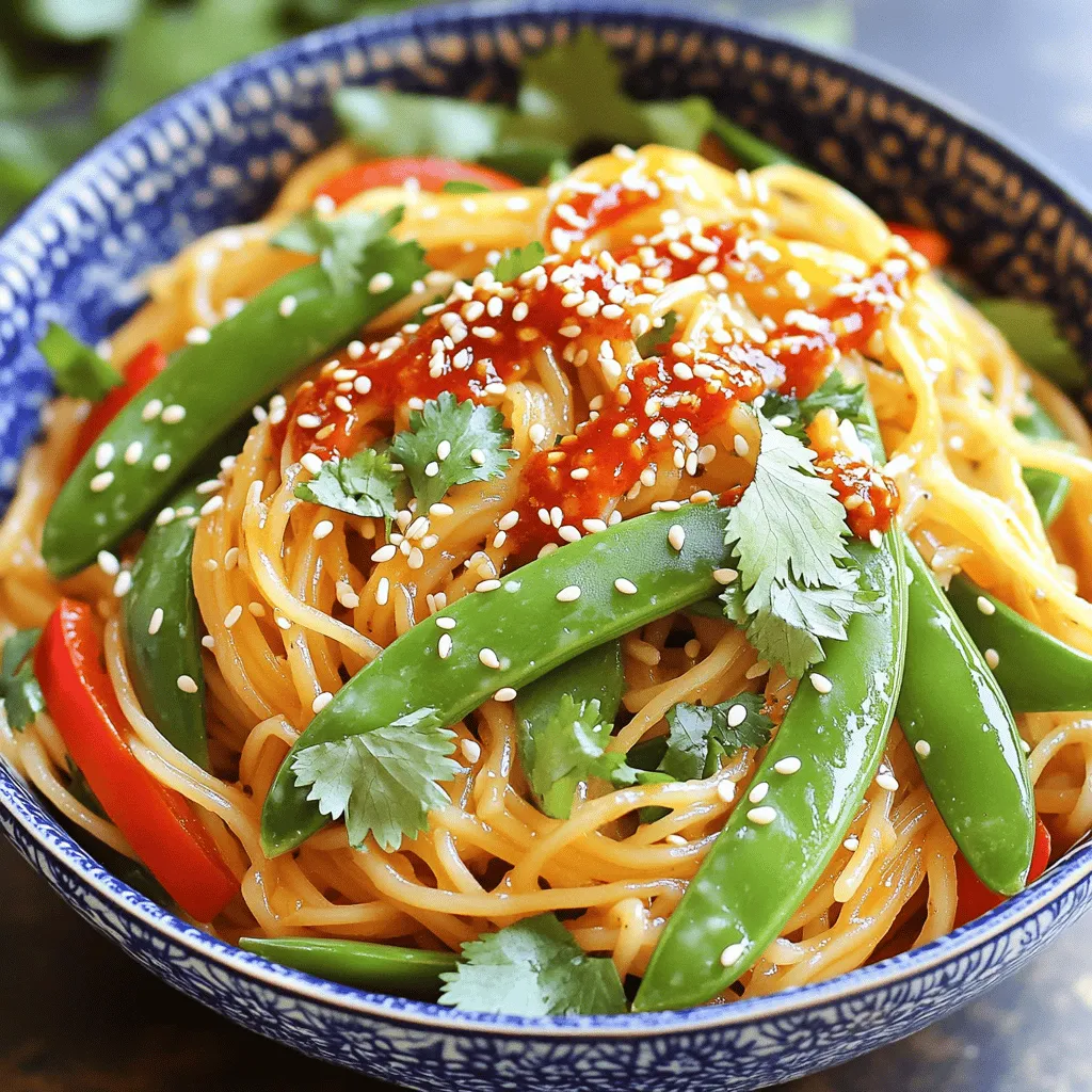 - 225 g Reisnudeln - 2 Esslöffel Pflanzenöl - 3 Knoblauchzehen, fein gehackt - 2,5 cm frischer Ingwer, gerieben - 1 Esslöffel Sojasauce - 2 Esslöffel Chili-Crisp - 150 g Zuckerschoten, geputzt - 1 rote Paprika, in dünne Streifen geschnitten - Frischer Koriander und Sesamkörner zur Dekoration Die Hauptzutaten sind simpel und leicht zu finden. Reisnudeln sind die Basis. Sie sind schnell zu kochen und nehmen den Geschmack gut auf. Pflanzenöl gibt den Nudeln eine schöne Textur. Knoblauch sorgt für einen tollen Duft und Geschmack. Zusätzlich brauchen wir frischen Ingwer, der die Nudeln aufpeppt. Sojasauce bringt salzige Tiefe. Chili-Crisp gibt den Nudeln die gewünschte Schärfe. Du kannst es kaufen oder selbst machen. Für die Gemüse und Garnituren empfehle ich Zuckerschoten und rote Paprika. Sie bringen einen frischen Biss und Farbe. Frischer Koriander und Sesamkörner sind die perfekte Dekoration. Sie machen das Gericht noch schöner und geschmackvoller. Jede Zutat trägt zur Gesamtwirkung bei. Sie ergänzen sich und machen die Mahlzeit zu einem Genuss. 1. Bring einen großen Topf mit Wasser zum Kochen. 2. Füge die Reisnudeln hinzu und koche sie laut Packungsanweisung bis al dente. 1. Erhitze in einer großen Pfanne das Pflanzenöl bei mittlerer Hitze. 2. Gib den fein gehackten Knoblauch und den geriebenen Ingwer hinzu. Brate sie für etwa 30 Sekunden, bis sie duften. 3. Füge die Zuckerschoten und die roten Paprikastreifen in die Pfanne. Rühre für etwa 3-4 Minuten, bis das Gemüse zart, aber knackig ist. 1. Vermenge die gekochten Reisnudeln mit dem Gemüse im Wok. 2. Tossiere alles gut, sodass sich die Zutaten gleichmäßig verteilen. 3. Gib die Sojasauce, das Chili-Crisp und das Sesamöl über die Nudeln. Tossiere erneut, bis alles gut vermischt ist. 4. Nehme die Pfanne vom Herd. Füge die gehackten Frühlingszwiebeln hinzu und wirf die Nudeln ein letztes Mal um. 5. Platziere die Nudeln dekorativ in Schalen und bestreue sie mit Sesamkörnern und frischem Koriander. Um die perfekte Konsistenz der Reisnudeln zu erreichen, koche sie in kochendem Wasser. Halte dich an die Packungsanweisung für die Kochzeit. Lass sie al dente sein, damit sie beim Mischen nicht matschig werden. Nach dem Kochen solltest du die Nudeln abgießen und sofort beiseite stellen. Die Dosierung von Sojasauce und Chili-Crisp ist entscheidend. Beginne mit einem Esslöffel Sojasauce und zwei Esslöffeln Chili-Crisp. So erhältst du ein ausgewogenes Aroma. Du kannst nach Geschmack mehr hinzufügen, aber gehe langsam vor. Die Schärfe kann variieren, je nachdem, was du magst. Wenn du es mild magst, wähle ein milderes Chili-Crisp. Oder füge weniger hinzu. Für mehr Hitze kannst du schärferes Chili-Crisp verwenden oder die Menge erhöhen. Es ist einfach, die Schärfe nach deinem Geschmack anzupassen. Denke daran, dass das Gemüse auch zur Schärfe beiträgt. Scharfe Paprika oder frischer Chili können ebenfalls verwendet werden. Experimentiere, um deinen perfekten Mix zu finden. Die Garnierung macht die Nudeln schön und einladend. Du kannst die Nudeln in Schalen anrichten. Streue Sesamkörner darauf, um einen tollen Crunch zu bieten. Frischer Koriander bringt Farbe und Geschmack. Für einen zusätzlichen Frischekick füge Sprossen hinzu. Sie sind knackig und passen gut zu den Nudeln. Denk daran, dass die Präsentation wichtig ist. Ein schöner Teller macht das Essen noch besser! {{image_4}} Für eine vegetarische Variante kannst du verschiedene Gemüsearten nutzen. Statt Zuckerschoten und roter Paprika passen Brokkoli, Karotten oder Pilze gut. Du kannst auch frisches Blattgemüse wie Spinat oder Mangold hinzufügen. Diese Gemüse bringen Farbe und Geschmack in dein Gericht. Wenn du mehr Protein möchtest, füge Tofu oder Tempeh hinzu. Schneide sie in kleine Stücke und brate sie goldbraun an, bevor du das Gemüse hinzufügst. Tofu hat eine schöne Textur und nimmt die Aromen gut auf. Tempeh hat einen nussigen Geschmack, der toll mit den Gewürzen harmoniert. Für eine proteinreiche Option sind Hähnchen- oder Rinderstückchen ideal. Schneide das Fleisch in kleine Stücke und brate es in der Pfanne an, bevor du die anderen Zutaten hinzufügst. Das Fleisch wird zart und passt perfekt zu den Nudeln. Meeresfrüchte sind auch eine gute Wahl. Garnelen oder Tintenfisch bringen einen tollen Geschmack. Sie sind schnell gar und fügen eine besondere Note hinzu. Achte darauf, sie nur kurz zu braten, damit sie nicht zäh werden. Wenn du eine glutenfreie Mahlzeit möchtest, nutze glutenfreie Reisnudeln. Diese sind leicht und behalten die Textur gut. Sie sind eine großartige Wahl für alle, die Gluten vermeiden möchten. Ersetze die Sojasauce durch Tamari. Tamari hat einen ähnlichen Geschmack, ist aber glutenfrei. Dies gibt dir die gleiche umami Note ohne Gluten. So kannst du alle Aromen genießen und gleichzeitig auf deine Ernährung achten. Um die Reste der Spicy Chili Crisp Nudeln gut zu lagern, lege sie in einen luftdichten Behälter. So bleiben sie frisch und lecker. Die maximale Lagerdauer im Kühlschrank beträgt etwa drei Tage. Nach dieser Zeit verlieren sie an Geschmack und Qualität. Beim erneuten Erwärmen ist es wichtig, die Textur der Nudeln zu erhalten. Du kannst die Nudeln in der Mikrowelle oder in einer Pfanne aufwärmen. Für die Mikrowelle lege die Nudeln in eine Schüssel und füge einen Esslöffel Wasser hinzu. Decke die Schüssel ab und erhitze sie in Intervallen von 30 Sekunden. Rühre zwischendurch um. In einer Pfanne erhitze etwas Öl und brate die Nudeln kurz an, bis sie warm sind. Wenn du die Nudeln für längere Zeit aufbewahren möchtest, kannst du sie einfrieren. Lass die Nudeln zuerst ganz abkühlen. Fülle sie dann in einen gefriergeeigneten Behälter oder einen Gefrierbeutel. Achte darauf, die Luft herauszudrücken. So bleibt die Qualität der Nudeln erhalten. Du kannst sie bis zu drei Monate einfrieren. Um sie aufzutauen, lege die Nudeln einfach über Nacht in den Kühlschrank oder erhitze sie direkt in der Pfanne mit etwas Wasser. Um Chili-Crisp selbst zu machen, brauchst du einige einfache Zutaten. Hier ist ein Rezept: - 100 g getrocknete Chilischoten - 50 g Knoblauch, gehackt - 50 g Zwiebel, gehackt - 100 ml Pflanzenöl - 1 Teelöffel Salz - 1 Teelöffel Zucker 1. Erhitze das Öl in einer Pfanne. 2. Füge die Chilischoten, den Knoblauch und die Zwiebel hinzu. 3. Brate alles bei mittlerer Hitze, bis es goldbraun ist. 4. Nimm die Pfanne vom Herd. 5. Füge Salz und Zucker hinzu. 6. Lass die Mischung abkühlen und bewahre sie in einem Glas auf. Chili-Crisp ist einfach und macht deine Nudeln scharf und lecker! Du kannst Chili-Crisp in vielen Geschäften kaufen. Hier sind einige gute Marken: - Lao Gan Ma - Lee Kum Kee - Spicy Shark Diese Marken findest du in Asialäden oder großen Supermärkten. Achte auf die Etiketten, um die Schärfe zu wählen, die dir gefällt. Ja, du kannst diese Nudeln leicht vegan machen. Hier sind einige Anpassungen: - Verwende Sojasauce ohne Fischsoße. - Ersetze das Sesamöl durch mehr Pflanzenöl. - Achte darauf, dass dein Chili-Crisp vegan ist. Mit diesen Änderungen kannst du ein leckeres, veganes Gericht genießen! Diese Anleitung zeigt, wie man leckere Reisnudeln zubereitet. Wir haben die Haupt- und zusätzlichen Zutaten besprochen. Dann habe ich jeden Schritt von der Vorbereitung bis zur Fertigstellung erklärt. Tipps zur optimalen Konsistenz und verschiedenen Variationen bieten noch mehr Optionen. Probieren Sie diese Rezepte aus und passen Sie sie nach Ihrem Geschmack an. Genießen Sie die Vielfalt und den Geschmack dieser einfachen, köstlichen Nudeln!