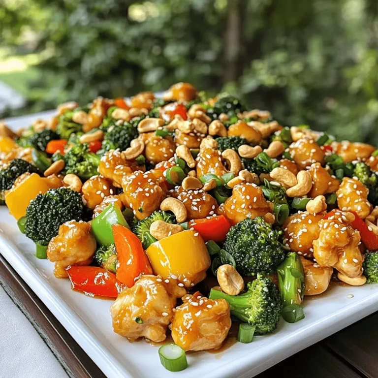 Für ein köstliches Cashew-Hühnchen brauchen Sie: - 450 g Hähnchenbrustfilet, in Stücke geschnitten - 150 g ungesalzene Cashewnüsse - 1 Paprika (rot, gelb oder grün), in Streifen - 1 Tasse Brokkoliröschen - 2 Frühlingszwiebeln, gehackt - 3 Knoblauchzehen, fein gehackt - 1 Esslöffel frischer Ingwer, fein gehackt Diese Zutaten bilden die Basis für das Gericht. Das Hähnchen liefert Protein, während die Paprika und der Brokkoli Vitamine und Farben hinzufügen. Cashewnüsse geben den nötigen Crunch. Die richtigen Gewürze machen den Unterschied. Sie benötigen: - 3 Esslöffel Sojasauce (geringer Natriumgehalt empfohlen) - 1 Esslöffel Hoisinsauce - 1 Esslöffel Maisstärke - 3 Esslöffel pflanzliches Öl - Salz und Pfeffer nach Geschmack Die Sojasauce sorgt für Umami, während die Hoisinsauce eine süße Note bringt. Die Maisstärke hilft, das Hähnchen knusprig zu machen. Um Ihr Gericht zu verfeinern, können Sie Folgendes verwenden: - Sesamsamen zur Garnitur Sesamsamen bringen nicht nur Geschmack, sondern auch eine schöne Optik. Servieren Sie das Cashew-Hühnchen auf einer großen weißen Platte für einen tollen Kontrast. Beginne mit 450 g Hähnchenbrustfilet. Schneide es in mundgerechte Stücke. Vermische die Hähnchenstücke in einer Schüssel mit 1 Esslöffel Maisstärke, Salz und Pfeffer. Diese Mischung macht das Hähnchen knusprig. Erhitze 1 Esslöffel pflanzliches Öl in einer großen Pfanne. Brate die Hähnchenstücke 5 bis 7 Minuten goldbraun. Stelle das Hähnchen beiseite. Füge einen weiteren Esslöffel Öl in die Pfanne hinzu. Hacke 3 Knoblauchzehen und 1 Esslöffel frischen Ingwer. Gib diese in die Pfanne und brate sie 2 Minuten an. Schneide eine Paprika in Streifen und gib sie dazu. Brate alles zusammen, bis das Gemüse weich wird. Füge dann 1 Tasse Brokkoliröschen hinzu und brate sie 3 bis 4 Minuten an. Sie sollten leuchtend grün und zart sein. Gib das gebratene Hähnchen zurück in die Pfanne. Füge 3 Esslöffel Sojasauce und 1 Esslöffel Hoisinsauce hinzu. Mische alles gut und lasse es 2 Minuten garen. Jetzt kommen 150 g Cashewnüsse und 2 gehackte Frühlingszwiebeln dazu. Rühre alles gut um und garen für eine weitere Minute. Serviere das Gericht auf einer Platte und genieße das leckere Ergebnis! Um die beste Konsistenz für dein Cashew-Hühnchen zu erreichen, beginne mit der Maizena. Mische sie gründlich mit dem Hähnchen. Dies hilft, eine knusprige Textur zu erzielen. Verwende nicht zu viel Öl beim Braten. Ein bis zwei Esslöffel reichen aus. Höhere Hitze sorgt dafür, dass das Hähnchen schnell bräunt, ohne zu lange zu garen. Du kannst verschiedene Gemüsesorten verwenden, um den Geschmack zu variieren. Zucchini oder Karotten passen hervorragend dazu. Für einen scharfen Kick füge rote Chilischoten hinzu. Ein Spritzer Limettensaft am Ende bringt Frische. Experimentiere mit verschiedenen Soßen, wie Erdnuss- oder Teriyaki-Sauce. Das gibt deinem Gericht eine neue Note. Ein häufiger Fehler ist, das Hähnchen zu lange zu braten. Dadurch wird es trocken. Achte darauf, die Pfanne nicht zu überfüllen. Das Hähnchen sollte genug Platz haben, um gleichmäßig zu garen. Verwende frische Zutaten, um den besten Geschmack zu erzielen. Alte Gewürze oder Saucen können das Gericht enttäuschen. {{image_4}} Wenn du eine vegetarische Variante des Cashew-Hühnchens möchtest, probiere Tofu. Tofu hat eine tolle Textur und nimmt die Aromen gut auf. Schneide den Tofu in Würfel und mariniere ihn mit Sojasauce. Ersetze das Hähnchen durch 450 g marinierten Tofu. Brate ihn goldbraun an, bevor du das Gemüse hinzufügst. Du kannst auch Tempeh nutzen. Es ist nahrhaft und hat einen herzhaften Geschmack. Das Rezept ist flexibel. Füge mehr Gemüse hinzu, um das Gericht bunter zu machen. Karotten, Zucchini oder Erbsen passen gut. Du kannst auch Pilze für einen herzhaften Geschmack verwenden. Experimentiere mit Brokkoli, Blumenkohl oder Spinat. Zusätzliche Farben und Texturen machen das Gericht noch schmackhafter. Achte darauf, das Gemüse gleichmäßig zu schneiden, damit es gleichmäßig gart. Wenn du es schärfer magst, füge Chili oder Sambal Oelek hinzu. Ein Teelöffel reicht oft aus, um das Gericht aufzupeppen. Du kannst auch frische Chilis in Scheiben schneiden. Diese bringen einen frischen Geschmack. Für eine noch würzigere Note, probiere Sriracha oder scharfe Sojasauce. Diese Varianten sind perfekt für alle, die es gerne heiß mögen. Achte darauf, die Gewürze nach deinem Geschmack anzupassen. Um Cashew-Hühnchen frisch zu halten, bewahre es in einem luftdichten Behälter auf. Stelle sicher, dass das Gericht vollständig abgekühlt ist, bevor du es in den Kühlschrank stellst. Es bleibt dort 3 bis 4 Tage genießbar. Wenn du es wieder aufwärmst, nutze die Mikrowelle oder eine Pfanne. So bleibt das Hühnchen saftig und die Cashewnüsse knusprig. Du kannst Cashew-Hühnchen auch einfrieren. Verwende einen gefrierfesten Behälter oder einen Gefrierbeutel. Achte darauf, möglichst viel Luft zu entfernen, um Gefrierbrand zu vermeiden. Es hält sich bis zu 3 Monate im Gefrierfach. Zum Auftauen lege das gefrorene Hühnchen über Nacht in den Kühlschrank. Erhitze es dann in einer Pfanne oder Mikrowelle, bis es heiß ist. Reste von Cashew-Hühnchen sind vielseitig. Du kannst sie in Wraps oder Sandwiches verwenden. Auch als Füllung für Pfannkuchen sind sie lecker. Wenn du eine Suppe zubereitest, füge das Hühnchen einfach dazu. So schaffst du eine neue Mahlzeit aus den Resten und vermeidest Lebensmittelverschwendung. Die Zubereitung von Cashew-Hühnchen dauert insgesamt 25 Minuten. Du brauchst 10 Minuten für die Vorbereitung und 15 Minuten zum Kochen. Mit dieser schnellen Zeit kannst du ein leckeres Gericht zaubern, das deine Familie begeistern wird. Ja, du kannst andere Nüsse verwenden. Mandeln oder Erdnüsse sind gute Alternativen. Diese Nüsse verleihen deinem Gericht einen anderen Geschmack und eine neue Textur. Du kannst auch gemischte Nüsse für mehr Vielfalt nutzen. Cashew-Hühnchen kann gesund sein. Es enthält mageres Hähnchenfleisch, das viel Protein liefert. Cashewnüsse bieten gesunde Fette und Nährstoffe. Gemüse wie Brokkoli und Paprika bringen Vitamine und Ballaststoffe. Achte jedoch auf die Sojasauce, da sie viel Natrium enthält. Cashew-Hühnchen ist einfach zuzubereiten und lecker. Wir haben die Hauptzutaten, Gewürze und Saucen besprochen. Du weißt nun, wie man das Hähnchen und Gemüse perfekt zubereitet. Tipps helfen dir, Fehler zu vermeiden und Konsistenz zu meistern. Vegetarische und würzige Optionen bieten Vielfalt. Reste lassen sich leicht lagern und verwenden. Probiere die Methoden aus und genieße dein Gericht in voller Pracht. Kochen macht Spaß, und Cashew-Hühnchen bereichert dein Menü.