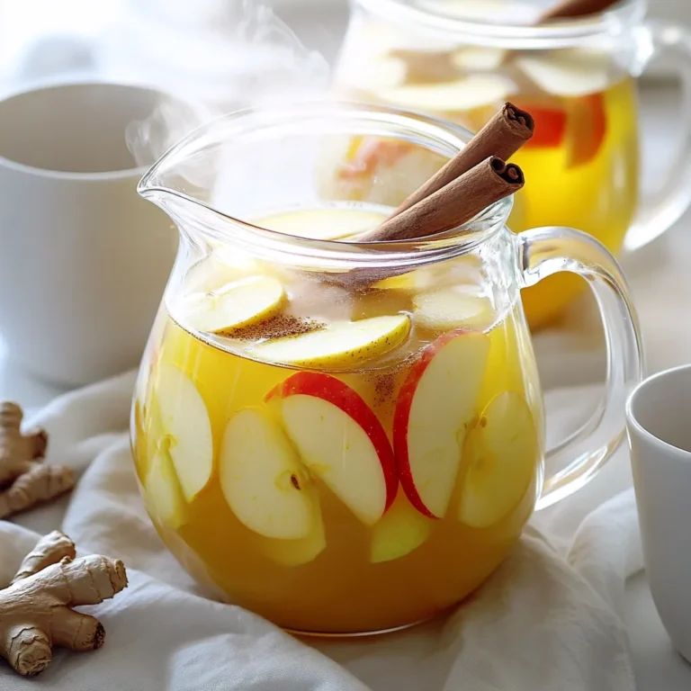Für diesen warmen Apfel-Zimt-Toddy brauchst du einige einfache, aber leckere Zutaten. Hier sind die Hauptzutaten: - 4 Tassen Apfelwein - 1/4 Tasse reiner Ahornsirup - 1 Esslöffel frischer Ingwer, gerieben - 1 Teelöffel Zimt - 1 Teelöffel Muskatnuss - 2 ganze Nelken - 1 Zitrone, ausgepresst - Apfelscheiben und Zimtstangen zum Garnieren Diese Zutaten sorgen für einen warmen, herzlichen Geschmack. Der Apfelwein ist die Basis und bringt die Süße. Ahornsirup fügt eine besondere Note hinzu. Gewürze sind das Herzstück dieses Rezepts. Zimt bringt Wärme und ein Gefühl von Gemütlichkeit. Muskatnuss sorgt für einen nussigen Geschmack. Ingwer fügt einen leichten Kick hinzu. Nelken geben eine tiefe, würzige Dimension. Jedes Gewürz hat seine eigene Rolle. Sie arbeiten zusammen, um ein harmonisches Geschmackserlebnis zu schaffen. Die Kombination macht den Toddy einzigartig und einladend. Wenn du keinen Apfelwein magst, gibt es Alternativen. Du kannst Traubensaft oder Birnensaft verwenden. Diese Säfte bringen auch Süße mit, aber jeder hat seinen eigenen Geschmack. Ein weiterer Vorschlag ist, ungesüßten Apfeltee zu verwenden. Das gibt dir einen ähnlichen Grundgeschmack, ohne Alkohol. So bleibt der Warm Maple Spiced Apple Toddy auch ohne Apfelwein lecker und warm. Um den Warm Maple Spiced Apple Toddy zuzubereiten, folge diesen Schritten: 1. Nimm einen mittelgroßen Kochtopf und füge 4 Tassen Apfelwein hinzu. 2. Gib 1/4 Tasse reinen Ahornsirup in den Topf. 3. Füge 1 Esslöffel frisch geriebenen Ingwer hinzu. 4. Streue 1 Teelöffel Zimt und 1 Teelöffel Muskatnuss hinein. 5. Lege 2 ganze Nelken in die Mischung. 6. Drücke den Saft einer Zitrone in den Topf. Erhitze die Mischung bei mittlerer Hitze. Rühre gelegentlich um. Sobald sie köchelt, reduziere die Hitze. Lass die Mischung für 15 bis 20 Minuten ziehen. Das hilft, die Aromen zu entfalten. Die Aromen sind wichtig für den Geschmack. Das langsame Erhitzen hilft, die Gewürze gut zu vermischen. Die Mischung muss köcheln, damit sich die Geschmäcker entfalten. Wenn du die Mischung durch ein feines Sieb in einen hitzebeständigen Krug gießt, entfernst du die Gewürze. So bleibt der Drink schön klar und lecker. Der Zitronensaft fügt Frische hinzu. Du kannst mehr Ahornsirup hinzufügen, um die Süße nach deinem Geschmack anzupassen. Filtern ist einfach mit einem feinen Sieb. Achte darauf, dass du alle Gewürze entfernst. So bleibt der Drink angenehm zu trinken. Für die Präsentation kannst du den Toddy warm in Tassen servieren. Garniere jede Tasse mit Apfelscheiben und einer Zimtstange. Das sieht nicht nur gut aus, sondern bringt auch zusätzlichen Geschmack. Um die perfekte Süße für deinen Warm Maple Spiced Apple Toddy zu finden, probiere diese Tipps: - Beginne mit 1/4 Tasse Ahornsirup. - Schmecke die Mischung nach dem Erhitzen ab. - Füge mehr Ahornsirup hinzu, wenn du es süßer magst. - Denke daran, dass die Süße auch vom Apfelwein abhängt. Für besondere Anlässe kannst du den Toddy anpassen: - Füge einen Schuss Rum oder Whisky hinzu für einen warmen Kick. - Mische die Gewürze, um neue Aromen zu entdecken. - Verwende Birnenwein anstelle von Apfelwein für einen frischen Twist. - Für einen festlichen Touch kannst du auch getrocknete Cranberries hinzufügen. Die Garnierung macht viel aus. Hier sind meine Vorschläge: - Verwende frische Apfelscheiben, um das Getränk zu verfeinern. - Eine Zimtstange sieht nicht nur gut aus, sie verstärkt auch den Geschmack. - Du kannst auch eine Zitronenscheibe für einen zusätzlichen Frischekick verwenden. - Für einen besonderen Look füge ein paar ganze Nelken als Dekoration hinzu. Diese Tipps helfen dir, deinen Warm Maple Spiced Apple Toddy zu einem echten Hit zu machen! {{image_4}} Wenn du einen alkoholfreien Warm Maple Spiced Apple Toddy machen möchtest, ist das einfach. Ersetze den Apfelwein durch Apfelsaft. Der Saft gibt dir die süße und fruchtige Basis. Füge die gleichen Gewürze hinzu, um den vollen Geschmack zu erhalten. Du kannst auch sprudelndes Wasser für einen erfrischenden Twist verwenden. So kannst du alle Aromen genießen, ohne Alkohol. Magst du es süßer? Dann füge mehr Ahornsirup hinzu. Für etwas mehr Schärfe kannst du roten Pfeffer oder Chili verwenden. Wenn du Zitrusfrüchte magst, probiere Limette oder Orange statt Zitrone. Diese Anpassungen machen das Getränk spannender und persönlicher. Experimentiere mit verschiedenen Kombinationen, um deinen perfekten Geschmack zu finden. Im Herbst kannst du Kürbisgewürz hinzufügen, um eine herbstliche Note zu bekommen. Im Winter passen auch Gewürze wie Sternanis gut dazu. Im Frühling, füge frische Minze hinzu, um einen frischen Geschmack zu erzeugen. Im Sommer kann man es auch kalt servieren, um ein erfrischendes Getränk zu genießen. Diese saisonalen Variationen bringen Abwechslung und Freude in dein Getränk. Wenn du Reste von deinem Warm Maple Spiced Apple Toddy hast, lagere sie in einem sauberen Behälter. Achte darauf, dass der Behälter gut verschlossen ist. Das hilft, den Geschmack zu bewahren. Stelle den Behälter in den Kühlschrank. So bleiben die Aromen frisch. Du kannst die Reste bis zu drei Tage im Kühlschrank aufbewahren. Um den Apfel-Toddy wieder zu erwärmen, gieße die gewünschte Menge in einen Topf. Erhitze den Toddy bei niedriger Hitze. Rühre gelegentlich um, damit nichts anbrennt. Du kannst auch die Mikrowelle benutzen, wenn es schnell gehen muss. Erwärme ihn in einem mikrowellengeeigneten Behälter. Mach das in kurzen Intervallen von 30 Sekunden. So kannst du die Temperatur gut kontrollieren. Der Warm Maple Spiced Apple Toddy hält sich im Kühlschrank bis zu drei Tage. Nach dieser Zeit kann der Geschmack nachlassen. Achte auf Geruch und Aussehen. Wenn etwas seltsam aussieht oder riecht, schmeiß es weg. Es ist immer besser, auf Nummer sicher zu gehen. So kannst du sicherstellen, dass dein Getränk frisch und lecker bleibt. Du kannst Honig oder Agavendicksaft verwenden. Beide sind süß und passen gut. Honig gibt einen blumigen Geschmack. Agavendicksaft ist milder und sehr süß. Du kannst auch braunen Zucker verwenden. Achte darauf, die Menge anzupassen, um die Süße zu kontrollieren. Ja, dieser Drink ist alkoholfrei. Er nutzt Apfelwein, der nicht alkoholisch ist. Du kannst auch ungesüßten Apfelsaft verwenden, wenn du es noch milder magst. Das macht den Drink perfekt für alle. Es ist ein warmer Genuss für die ganze Familie. Ja, du kannst die Gewürze nach deinem Geschmack ändern. Zum Beispiel, füge mehr Zimt für einen stärkeren Geschmack hinzu. Du kannst auch Ingwer weglassen, wenn du es lieber milder magst. Muskatnuss kann durch Kardamom ersetzt werden. Sei kreativ und finde deinen perfekten Mix! Dieser Blogbeitrag hat dir gezeigt, wie du einen Warm Maple Spiced Apple Toddy zubereitest. Wir haben die Hauptzutaten, die wichtigen Schritte und die besten Tipps geteilt. So kannst du das Getränk anpassen und genießen. Zögere nicht, mit Aromen und Zutaten zu experimentieren. Die Möglichkeiten sind endlos! Mit den richtigen Ideen wird dein Toddy zum Hit in kalten Nächten. Probier aus, lagere die Reste gut und entdecke deine Lieblingsvariationen. Viel Spaß beim Zubereiten und Genießen!